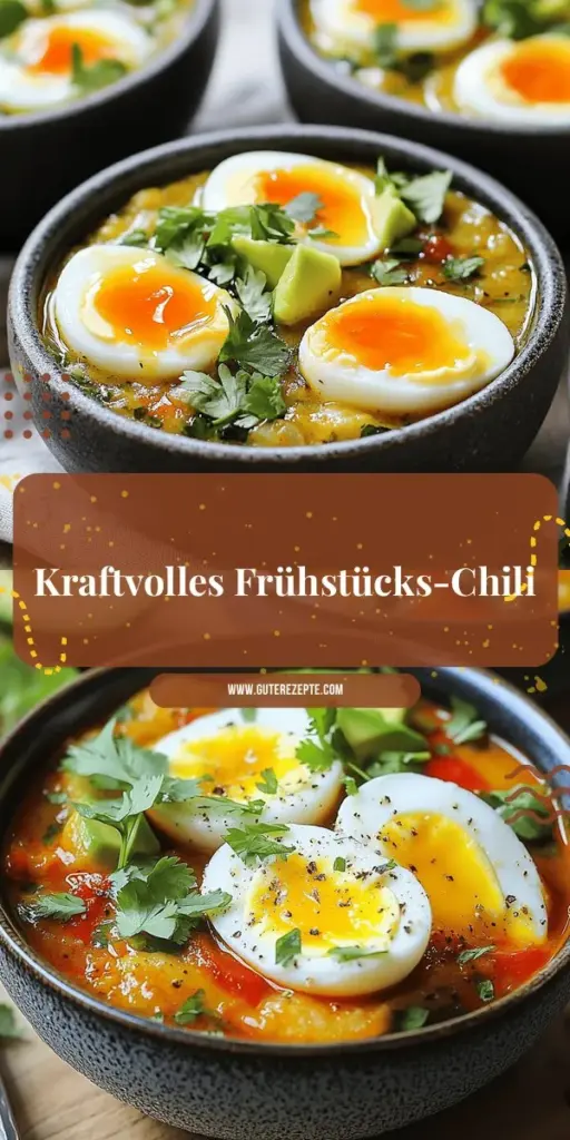 Starten Sie kraftvoll in den Tag mit unserem köstlichen Frühstück Chili und Eier Rezept! Dieses nahrhafte Gericht kombiniert würziges Chili mit perfekt gegarten Eiern und ist ideal für jede Gelegenheit. Einfach zuzubereiten, bietet es Ihnen zahlreiche Anpassungsmöglichkeiten und kreative Ideen, um es Ihren Vorlieben anzupassen. Entdecken Sie jetzt, wie Sie mit einfachen Zutaten ein herzhaftes Frühstück zaubern können! Klicken Sie hier, um das vollständige Rezept zu erfahren!