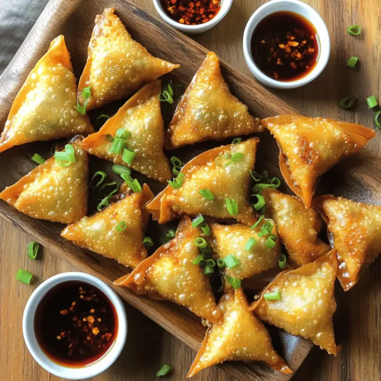 Für diese pikanten Schweinefleisch-Wontons brauchst du einige wichtige Zutaten. Hier ist die Liste: - 450 g gemahlenes Schweinefleisch - 2 Esslöffel Sojasauce - 1 Esslöffel Sesamöl - 1 Esslöffel Ingwer, fein gehackt - 2 Knoblauchzehen, fein gehackt - 1 Esslöffel Sriracha (nach Geschmack anpassen) - 1/2 Teelöffel rote Pfefferflocken (optional für zusätzliche Schärfe) - 1 Frühlingszwiebel, fein gehackt - 1 Packung Wonton-Wrapper (ca. 50 Wrapper) - Salz und Pfeffer nach Geschmack Diese Zutaten geben den Wontons ihren tollen Geschmack und die richtige Textur. Wonton-Wrapper sind dünne Teigblätter. Sie sind perfekt für die Füllung mit dem Schweinefleisch. Du findest sie in asiatischen Geschäften oder im Kühlregal deines Supermarktes. Sie machen es einfach, die Wontons zu formen. Für den perfekten Genuss serviere die Wontons mit Dips. Hier sind zwei einfache Optionen: - Sojasauce - Chilisauce Diese Dips ergänzen den pikanten Geschmack der Wontons. Die Gewürze sind das Geheimnis für den Geschmack. Ingwer und Knoblauch bringen Frische. Sriracha und rote Pfefferflocken geben die Schärfe. Du kannst die Schärfe nach deinem Geschmack anpassen. Salz und Pfeffer sind wichtig, um die Aromen zu verstärken. Sie runden das Gericht ab und sorgen für ein ausgewogenes Geschmackserlebnis. Wenn du alle Zutaten zusammenbringst, entsteht eine harmonische Füllung. Diese macht die Wontons so besonders und lecker. Für das vollständige Rezept, schau dir die [Full Recipe] an. Beginne mit der Füllung. Nimm eine große Schüssel und füge das gemahlene Schweinefleisch hinzu. Gib die Sojasauce und das Sesamöl dazu. Füge auch den fein gehackten Ingwer und den Knoblauch hinzu. Diese Zutaten geben dem Gericht einen tollen Geschmack. Dann kommt die Sriracha dazu. Du kannst die Menge nach deinem Geschmack anpassen. Wenn du es noch schärfer magst, füge die roten Pfefferflocken hinzu. Mische alles gut. Achte darauf, dass alle Zutaten gleichmäßig verteilt sind. Jetzt ist es Zeit, die Wontons zu formen. Lege deine Wonton-Wrapper auf eine saubere Fläche. Nimm einen Wrapper und setze etwa einen Teelöffel Füllung in die Mitte. Tauche deinen Finger in Wasser und befeuchte die Ränder des Wrappers. Klappe den Wrapper zu einem Dreieck und drücke die Luft heraus. Achte darauf, dass die Ränder gut zusammenkleben. Wenn du eine andere Form möchtest, bringe die zwei Ecken des Dreiecks zusammen und befeuchte sie. Wiederhole das, bis alle Wrapper gefüllt sind. Jetzt kommt der spaßige Teil: das Frittieren! Erhitze das Pflanzenöl in einer großen Pfanne auf mittelhohe Temperatur. Wenn das Öl heiß ist, füge die Wontons in Chargen hinzu. Überfülle die Pfanne nicht, sonst wird es schwierig, sie gleichmäßig zu frittieren. Frittiere die Wontons etwa 3-4 Minuten pro Seite. Sie sollten goldbraun und knusprig sein. Nimm sie mit einem Schaumlöffel heraus und lasse sie auf Küchenpapier abtropfen. Serviere die Wontons heiß mit Sojasauce und Chilisauce als Dips. Für die vollständige Zubereitung kannst du das [Full Recipe] ansehen. Um deine Wontons perfekt zu füllen, achte auf die Menge der Füllung. Nimm etwa einen Teelöffel Füllung. Zu viel Füllung lässt sich schwer versiegeln und kann platzen. Befeuchte die Ränder des Wrappers gut mit Wasser. Das hilft beim Versiegeln. Drücke die Ränder fest zusammen, um Luft und Füllung zu halten. Die richtige Temperatur ist wichtig für knusprige Wontons. Erhitze das Pflanzenöl auf etwa 180 Grad Celsius. Du kannst die Temperatur testen, indem du einen kleinen Teigstück hineinlegst. Wenn es sofort an die Oberfläche steigt und blubbert, ist das Öl bereit. Frittiere die Wontons in kleinen Mengen. Überfülle die Pfanne nicht, damit sie gleichmäßig garen. Wenn du eine gesündere Option suchst, kannst du die Wontons dämpfen. Lege sie in einen Dampfkorb und dämpfe sie etwa 10 Minuten lang. Alternativ kannst du die Wontons auch backen. Lege sie auf ein Backblech, bestreiche sie leicht mit Öl und backe sie bei 200 Grad Celsius für 15-20 Minuten. So bekommst du eine knusprige Textur ohne viel Öl. {{image_4}} Wenn du eine vegetarische Option suchst, sind Gemüse-Wontons eine tolle Wahl. Du kannst verschiedene Gemüsesorten nutzen, um die Füllung zu erstellen. Zum Beispiel: - 1 Tasse fein gehackter Spinat - 1 Tasse gehackte Karotten - 1 Tasse Pilze, fein gehackt - 1 Esslöffel Sojasauce - 1 Esslöffel Sesamöl - Salz und Pfeffer nach Geschmack Mische alles gut und fülle die Wontons wie gewohnt. Diese Variante bringt frische Aromen und ist perfekt für alle, die kein Fleisch essen. Du kannst die Schärfe deiner Wontons leicht anpassen. Möchtest du mehr Kick? Füge einfach mehr Sriracha oder rote Pfefferflocken hinzu. Für eine mildere Version reduziere die Menge oder lasse die scharfen Zutaten ganz weg. Die Vielfalt der Aromen bleibt dabei erhalten. Die Füllung muss nicht immer aus Schweinefleisch bestehen. Du kannst auch andere Fleischsorten nutzen, wie: - Rinderhack - Hühnerhack - Garnelen, fein gehackt Jede Fleischsorte bringt ihren eigenen Geschmack mit. Kombiniere diese mit ähnlichen Gewürzen, um deine Wontons zu variieren. So bleibt das Rezept spannend und du kannst neue Geschmackserlebnisse entdecken. Für das vollständige Rezept, schaue dir [Full Recipe] an. Wenn du Wontons übrig hast, lagere sie in einem luftdichten Behälter. Stelle sicher, dass sie vollständig abgekühlt sind. So bleiben sie frisch und lecker. Du kannst sie bis zu drei Tage im Kühlschrank aufbewahren. Vor dem Verzehr einfach aufwärmen. Um Wontons einzufrieren, lege sie auf ein Backblech. Sorge dafür, dass sie sich nicht berühren. Friere sie für etwa zwei Stunden ein. Danach kannst du die gefrorenen Wontons in einen Gefrierbeutel umfüllen. So bleiben sie bis zu drei Monate frisch. Beim Kochen einfach direkt aus dem Gefrierfach verwenden, ohne sie vorher aufzutauen. Um die Wontons aufzuwärmen, kannst du verschiedene Methoden nutzen. Frittiere sie kurz in heißem Öl, bis sie knusprig sind. Du kannst sie auch dämpfen, um die Feuchtigkeit zu erhalten. Eine weitere Option ist das Backen im Ofen. Heize den Ofen auf 180 Grad Celsius vor und backe sie etwa 10 Minuten. So schmecken sie fast wie frisch zubereitet. Die Wontons sind im Kühlschrank etwa 2-3 Tage haltbar. Achte darauf, sie in einem luftdichten Behälter zu lagern. Wenn du sie länger aufbewahren möchtest, friere sie ein. Eingefroren bleiben sie bis zu 3 Monate frisch. Um sie nach dem Einfrieren zu nutzen, lasse sie einfach im Kühlschrank auftauen. Dann kannst du sie wie gewohnt frittieren oder dämpfen. Ja, du kannst die Füllung im Voraus vorbereiten. Mische das Schweinefleisch mit den anderen Zutaten und stelle es in den Kühlschrank. So bleibt die Füllung frisch für bis zu 24 Stunden. Wenn du bereit bist, die Wontons zu machen, forme sie einfach aus der vorbereiteten Füllung. Das spart Zeit und macht das Kochen einfacher und schneller. Wontons stammen aus der chinesischen Küche und sind ein beliebtes Gericht. Sie sind kleine Teigtaschen, die mit verschiedenen Füllungen gefüllt sind. Was Wontons besonders macht, ist ihre Vielseitigkeit. Du kannst sie mit Fleisch, Gemüse oder sogar Meeresfrüchten füllen. Darüber hinaus können sie gebraten, gedämpft oder in Brühe serviert werden. Diese Flexibilität macht Wontons zu einem tollen Gericht für jede Gelegenheit. Wir haben die Hauptzutaten für pikante Schweinefleisch-Wontons besprochen. Du hast gelernt, wie man die Füllung vorbereitet und die Wontons geformt. Die Frittiertechnik und wichtige Tipps helfen dir, Fehler zu vermeiden. Du kannst auch Variationen mit Gemüse oder anderen Fleischsorten ausprobieren. Lagere deine Wontons richtig, um ihre Frische zu bewahren. Wontons sind ein spannendes Gericht, das du leicht anpassen kannst. Folge diesen Schritten und genieße sie!