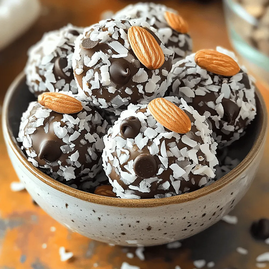 - 1 Tasse entsteinte Medjool-Daten - 1 Tasse Mandelmehl - 1/2 Tasse ungesüßter, geriebener Kokosnuss Die Hauptzutaten sind einfach und gesund. Medjool-Daten geben Süße und eine klebrige Textur. Mandelmehl sorgt für einen nussigen Geschmack und hilft beim Binden. Ungesüßte Kokosnuss bringt zusätzliches Aroma und eine angenehme Konsistenz. - 1/3 Tasse Zartbitter-Schokoladenstückchen - 1/4 Tasse Mandeln, grob gehackt - 1 Esslöffel Kokosnussöl, geschmolzen - 1 Teelöffel Vanilleextrakt - 1/2 Teelöffel Meersalz Zusätzliche Zutaten runden den Geschmack ab. Zartbitter-Schokoladenstückchen bringen einen Hauch von Schokolade. Grob gehackte Mandeln fügen Knusprigkeit hinzu. Geschmolzenes Kokosnussöl hilft, alles zusammenzuhalten. Vanilleextrakt verstärkt die Aromen. Meersalz hebt den Geschmack hervor und sorgt für Balance. Um die Bissen zu machen, mische alle Zutaten gut. Verwende die Medjool-Daten als Basis. Sie sind der Schlüssel zu einem leckeren Snack. Die Kombination dieser Zutaten macht die Almond Joy Energie Bissen zu einem gesunden Genuss. Du kannst die vollständige Anleitung im Full Recipe finden. Zuerst nimmst du die entsteinten Medjool-Daten. Gib sie in die Küchenmaschine. Pulsieren ist der Schlüssel. Du willst sie zu einer klebrigen Paste verarbeiten. Achte darauf, dass keine großen Stücke übrig bleiben. Die richtige Konsistenz ist wichtig. Sie sollte glatt und einfach zu mischen sein. Jetzt fügst du die trockenen Zutaten hinzu. Das ist das Mandelmehl und die geriebene Kokosnuss. Danach kommt das geschmolzene Kokosnussöl, der Vanilleextrakt und das Meersalz dazu. Verarbeite die Mischung weiter. Sie sollte einen klebrigen Teig ergeben. Wenn sie zu trocken wirkt, gib ein paar Tropfen Wasser hinzu. Das hilft, die Zutaten zu verbinden. Nimm etwa einen Esslöffel der Mischung in die Hand. Forme daraus eine kleine Kugel. Wiederhole das mit dem gesamten Teig. Lege die Bällchen auf einen Teller mit Pergamentpapier. Nachdem du alle Bissen geformt hast, stelle sie für mindestens 30 Minuten in den Kühlschrank. So werden sie fest. Diese einfachen Schritte bringen dir schnell leckere Almond Joy Energie Bissen. Die gesamte Zubereitung dauert nur 45 Minuten. Wenn du das Rezept ausprobieren möchtest, findest du die Details in der Full Recipe. Um die perfekte Textur für deine Energie Bissen zu erreichen, ist die Konsistenz wichtig. Du möchtest, dass sie klebrig, aber nicht zu nass sind. Bei der Verarbeitung der Medjool-Daten in der Küchenmaschine, achte darauf, dass sie gut püriert sind. Wenn die Mischung zu trocken erscheint, füge einige Tropfen Wasser hinzu. Dies hilft, die Zutaten zu verbinden und macht die Bissen leichter formbar. Die Präsentation macht viel aus. Serviere die Energie-Bissen in einer kleinen Schüssel. Das sieht gut aus und macht Spaß. Du kannst die Bissen mit geriebener Kokosnuss und ganzen Mandeln garnieren. Diese Dekorationen verleihen dem Snack ein schönes Aussehen und zeigen, dass du dir Mühe gegeben hast. So sind deine Bissen nicht nur lecker, sondern auch ein echter Hingucker! {{image_4}} Du kannst die Schokolade ganz einfach ersetzen. Nutze Kakaopulver für einen schokoladigen Geschmack. Eine andere Möglichkeit ist, die Schokolade durch Erdnussbutter zu ersetzen. Das bringt einen neuen, leckeren Geschmack in die Bissen. Wenn du nach allergikerfreundlichen Varianten suchst, kannst du die Schokolade ganz weglassen. Verwende stattdessen mehr Kokosnuss und Mandeln. So bleibt der Snack gesund und schmackhaft. Achte darauf, dass alle Zutaten frei von Allergenen sind. Um den Bissen mehr Tiefe zu geben, füge Gewürze hinzu. Zimt oder Muskatnuss passen gut. Sie bringen Wärme und eine besondere Note. Auch Vanilleextrakt kannst du erhöhen, um den Geschmack zu intensivieren. Du kannst auch mit anderen Nüssen experimentieren. Walnüsse oder Pekannüsse sind tolle Alternativen. Sie bringen einen knackigen Biss und viel Geschmack. Trockenfrüchte wie Cranberries oder Aprikosen sind ebenfalls lecker. Diese Kombinationen machen die Bissen noch fruchtiger und interessanter. Um deine Almond Joy Energie Bissen frisch zu halten, lege sie in einen luftdichten Behälter. Ein Glas oder eine Plastikbox funktioniert gut. Stelle den Behälter in den Kühlschrank. So bleiben die Bissen bis zu einer Woche haltbar. Wenn du sie länger aufbewahren möchtest, geht das auch im Gefrierschrank. So frierst du sie ein: Lege die Bissen auf ein Backblech und stelle es in den Gefrierschrank. Nach ein paar Stunden sind sie fest. Dann kannst du sie in einen Gefrierbeutel umfüllen. Sie bleiben bis zu drei Monate frisch. Die Haltbarkeit der Energie Bissen im Kühlschrank beträgt etwa eine Woche. Im Gefrierschrank sind sie bis zu drei Monate gut. Achte auf Anzeichen von Verderb. Wenn die Bissen komisch riechen oder ihre Farbe ändern, schmeiß sie weg. Genieß die Bissen frisch, um den besten Geschmack zu erleben! Almond Joy Energie Bissen bieten viele gesundheitliche Vorteile. Sie sind reich an Nährstoffen. Jedes Stück enthält gesunde Fette, Ballaststoffe und Antioxidantien. Hier sind einige Nährstoffe, die du in diesen Bissen findest: - Medjool-Daten: Sie sind eine natürliche Quelle für Zucker, Ballaststoffe und Kalium. - Mandelmehl: Hoch in Eiweiß und Vitamin E. Es unterstützt die Herzgesundheit. - Kokosnuss: Bietet gesunde Fette und Ballaststoffe. Es kann die Energie steigern. - Dunkle Schokolade: Enthält Antioxidantien. Sie kann die Stimmung heben. - Mandeln: Sie sind reich an Magnesium und helfen, den Blutzuckerspiegel zu regulieren. Diese Zutaten machen die Bissen zu einem nahrhaften Snack. Sie helfen dir, deinen Energiebedarf zu decken. Ja, du kannst andere Süßstoffe verwenden. Es gibt viele Alternativen, die du ausprobieren kannst. Hier sind einige Optionen: - Honig: Ein natürlicher Süßstoff mit vielen Nährstoffen. - Agavensirup: Eine flüssige Süße, die leicht zu verwenden ist. - Ahornsirup: Hat einen einzigartigen Geschmack und viele Mineralien. - Stevia: Eine kalorienfreie Option, die sehr süß ist. Denke daran, die Menge anzupassen. Nicht jeder Süßstoff hat die gleiche Süße wie Medjool-Daten. Die Portionsgröße ist wichtig. Ich empfehle, 1 bis 2 Bissen als Snack zu essen. Diese Menge gibt dir genug Energie, ohne zu viel Zucker zu essen. Wenn du mehr Energie brauchst, kannst du bis zu 3 Bissen essen. Höre auf deinen Körper. Achte darauf, wie du dich fühlst. Almond Joy Energie Bissen sind lecker, aber es ist wichtig, sie in Maßen zu genießen. Almond Joy Energie Bissen sind eine köstliche und gesunde Snack-Option. Sie bestehen aus einfachen Zutaten wie Medjool-Daten, Mandelmehl und Kokosnuss. Die Zubereitung ist einfach, und man kann sie nach eigenen Vorlieben variieren. Mit unseren Tipps und Lagerhinweisen bleiben sie frisch. Denke daran, die Mischung nach deinem Geschmack anzupassen. Diese Snacks sind nicht nur lecker, sondern auch nahrhaft. Probiere sie und überrasche dich selbst mit den Möglichkeiten.