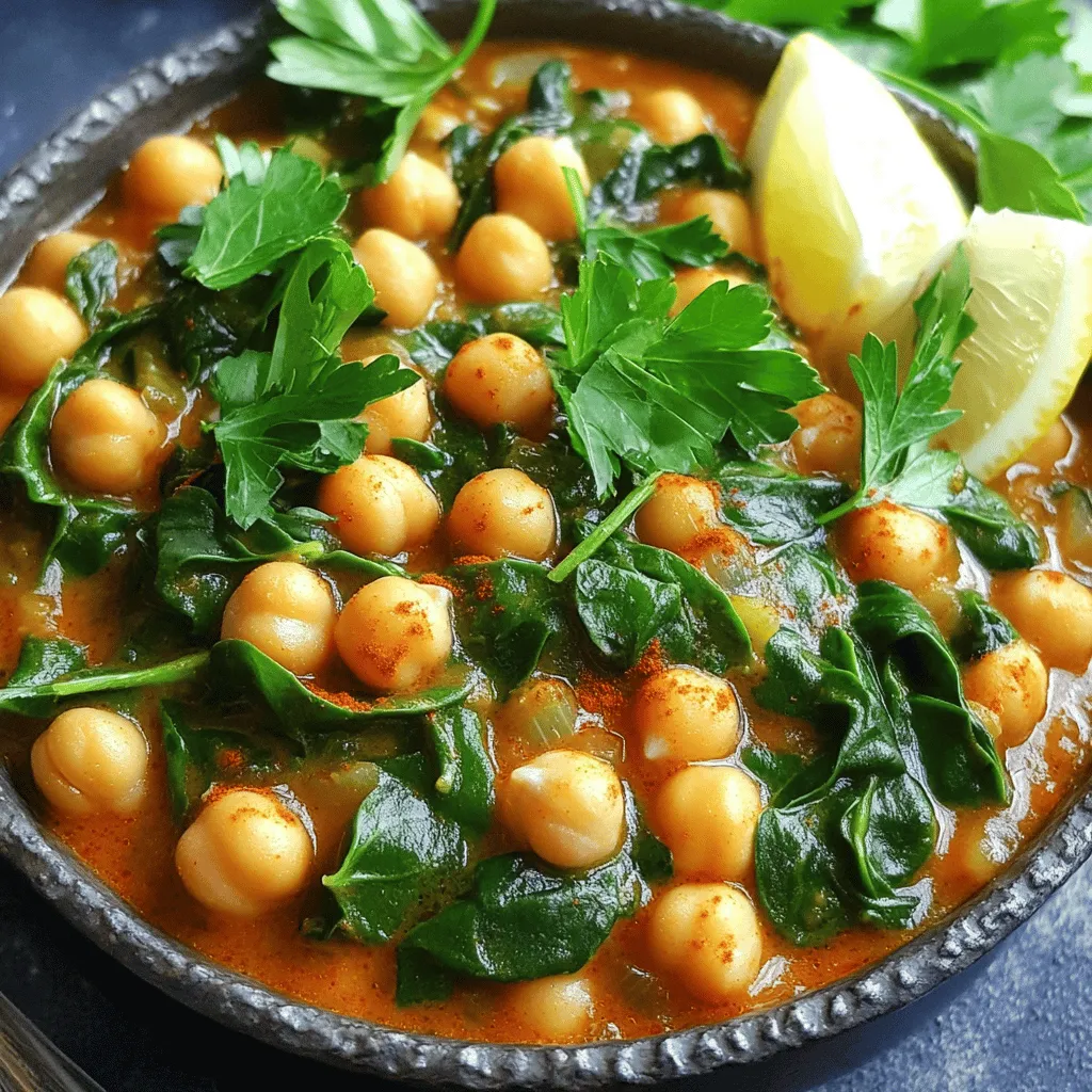 - Kichererbsen - Spinat - Zwiebel Kichererbsen sind die Hauptzutat. Sie sind proteinreich und sehr nahrhaft. Ich benutze immer zwei Dosen Kichererbsen. So wird der Eintopf herzhaft. Spinat gibt dem Gericht Farbe und viele Vitamine. Ich nehme frischen Spinat, weil er besser schmeckt. Eine große Zwiebel sorgt für einen tollen Grundgeschmack. Sie macht den Eintopf lecker und aromatisch. - Kreuzkümmel - Geräucherter Paprika - Olivenöl Kreuzkümmel ist ein wichtiges Gewürz. Er gibt dem Eintopf eine warme Note. Geräucherter Paprika bringt einen rauchigen Geschmack. Ich benutze einen Teelöffel für den richtigen Kick. Olivenöl sorgt für eine schöne, glatte Textur. Es hilft, die Aromen gut zu verbinden. - Gemüsebrühe - Gewürfelte Tomaten - Zitronenschnitze zur Garnitur Gemüsebrühe gibt dem Eintopf Tiefe. Ich nehme drei Tassen für einen perfekten Geschmack. Gewürfelte Tomaten sorgen für Saftigkeit. Sie bringen Frische und machen den Eintopf bunt. Zum Servieren füge ich Zitronenschnitze hinzu. Der Spritzer Zitrone macht das Gericht lebendig. Für das vollständige Rezept, siehe die [Full Recipe]. Beginne mit der Zwiebel. Schneide sie in kleine Würfel. Nimm dann die Knoblauchzehen. Hacke sie fein. Jetzt ist es Zeit für die Kichererbsen. Öffne die Dosen, gieße sie ab und spüle sie gut ab. Dies entfernt den Konservierungsstoff. So bleibt der Eintopf frisch und lecker. Erhitze das Olivenöl in einem großen Topf bei mittlerer Hitze. Gib die gewürfelte Zwiebel hinein. Brate sie etwa fünf Minuten, bis sie weich und klar wird. Füge dann den gehackten Knoblauch hinzu. Koche ihn weitere zwei Minuten, bis er duftet. Jetzt kommen die Gewürze ins Spiel. Streue den Kreuzkümmel, den geräucherten Paprika und den Cayennepfeffer darüber. Rühre gut um und lasse die Gewürze eine Minute rösten. Dies bringt die Aromen zum Leben. Gieße die gewürfelten Tomaten in den Topf. Füge auch die Gemüsebrühe hinzu. Rühre alles gut um. Jetzt kommen die Kichererbsen dazu. Lass die Mischung 15 Minuten köcheln, damit sich die Aromen verbinden. Füge den frischen Spinat hinzu, sobald der Eintopf köchelt. Lasse ihn fünf Minuten garen, bis er zusammenfällt. Jetzt ist es Zeit zum Abschmecken. Füge Salz und Pfeffer nach deinem Geschmack hinzu. Serviere den Eintopf heiß. Garniere ihn mit gehackter Petersilie und einem Spritzer frischem Zitronensaft. Für die vollständige Zubereitung, schau dir das Full Recipe an. Um den Eintopf geschmacklich aufzupeppen, empfehle ich frische Kräuter. Petersilie und Koriander bringen Frische. Auch ein Spritzer Zitronensaft am Ende macht viel aus. Für mehr Tiefe füge geröstete Nüsse hinzu, wie Mandeln oder Walnüsse. Wie passt man die Schärfe an? Beginne mit einer kleinen Menge Cayennepfeffer. Du kannst mehr nach Geschmack hinzufügen, während du kochst. So bleibt der Eintopf für jeden angenehm. Wenn du es milder magst, lasse den Cayennepfeffer ganz weg. Die Präsentation ist wichtig. Serviere den Eintopf in tiefen Tellern. Das gibt eine schöne Optik. Lege einen Zitronenschnitz an die Seite. Das bringt Farbe und wirkt frisch. Was passt gut dazu? Ein einfaches Fladenbrot ist perfekt. Es ergänzt den Eintopf und macht ihn sättigender. Auch ein frischer Salat ist eine gute Beilage. Er sorgt für einen schönen Kontrast. Für das gesamte Rezept, schau dir die [Full Recipe] an. {{image_4}} Möchtest du deinem Eintopf mehr Protein hinzufügen? Du kannst Tofu oder Hähnchen leicht einfügen. Wenn du Tofu verwendest, schneide ihn in kleine Stücke. Brate den Tofu zuerst an, bevor du ihn mit den Zwiebeln und dem Knoblauch mischst. Für Hähnchen, nimm Hähnchenbrust und brate sie in Würfeln an. Diese Optionen sind köstlich und machen den Eintopf reichhaltiger. Du kannst die vegetarischen und veganen Optionen wählen, je nach deinen Vorlieben. Der Kichererbsen und Spinat Eintopf ist sehr flexibel. Du kannst saisonales Gemüse verwenden, um mehr Geschmack zu bekommen. Karotten, Kürbis oder Zucchini passen gut dazu. Diese Gemüsesorten bringen Farbe und Nährstoffe. Außerdem kannst du andere Blattsalate statt Spinat verwenden. Mangold oder Grünkohl sind tolle Alternativen. Sie bringen eine andere Textur und einen neuen Geschmack. Der Eintopf ist nicht nur einfach lecker, sondern auch ein guter Ausgangspunkt. Du kannst ihn als Basis für Currys verwenden. Füge Kokosmilch und Curry-Gewürze hinzu, um einen neuen Eintopf zu kreieren. Du kannst auch andere Eintöpfe basierend auf diesem Rezept machen. Experimentiere mit verschiedenen Gewürzen und Zutaten. So bleibt das Kochen spannend und kreativ. Für das komplette Rezept kannst du auf den [Full Recipe] Link klicken. Nach dem Kochen ist es wichtig, den Eintopf richtig zu lagern. Der beste Weg ist, ihn in luftdichten Behältern aufzubewahren. So bleibt der Eintopf frisch und lecker. Achte darauf, die Reste innerhalb von 3 bis 4 Tagen zu verbrauchen. Um Reste aufzuwärmen, stelle den Eintopf in einen Topf. Erhitze ihn bei mittlerer Hitze. Rühre gut um, damit er gleichmäßig warm wird. Du kannst auch die Mikrowelle nutzen. Gib den Eintopf in eine mikrowellengeeignete Schüssel und decke sie ab. Erhitze ihn in 1-2 Minuten, bis er heiß ist. Wenn du mehr Eintopf gemacht hast, kannst du ihn einfrieren. Fülle den Eintopf in gefriergeeignete Behälter oder Beutel. Achte darauf, etwas Platz für die Ausdehnung zu lassen. Der Eintopf bleibt bis zu 3 Monate frisch im Gefrierfach. Um den Eintopf aufzutauen, lege ihn über Nacht in den Kühlschrank. Das ist die beste Methode, um die Qualität zu erhalten. Du kannst ihn auch direkt in einem Topf bei niedriger Hitze auftauen. Rühre regelmäßig um, damit er nicht anbrennt. Wenn er warm ist, genieße ihn wie beim ersten Mal. Für die vollständige Anleitung und mehr Informationen, schau dir das Full Recipe an. Ja, der Kichererbsen-Spinat-Eintopf ist komplett vegan. Er enthält keine tierischen Produkte. Das Rezept nutzt frische Zutaten wie Kichererbsen und Spinat. Diese machen das Gericht nahrhaft und gesund. Veganer können diesen Eintopf ohne Bedenken genießen. Ja, du kannst frischen Spinat verwenden. Er gibt dem Eintopf einen tollen Geschmack und eine schöne Farbe. Achte darauf, den Spinat gut zu waschen und grob zu hacken. Wenn du gefrorenen Spinat verwendest, achte darauf, ihn gut abzutropfen. So bleibt der Eintopf nicht wässrig. Beide Optionen sind lecker, aber frischer Spinat hat einen intensiveren Geschmack. Die Zubereitung dauert insgesamt etwa 30 Minuten. Du brauchst etwa 10 Minuten, um alles vorzubereiten. Das Kochen dauert dann etwa 20 Minuten. Diese Zeit ist ideal, wenn du ein schnelles und nahrhaftes Gericht möchtest. Du kannst den Eintopf auch im Voraus zubereiten und später aufwärmen. So sparst du Zeit in der Woche. Zu diesem Eintopf passen viele Brotsorten. Ein einfaches Baguette oder ein knuspriges Bauernbrot sind großartige Optionen. Du kannst auch Pita-Brot oder Fladenbrot servieren. Sie sind perfekt, um die leckere Sauce aufzutunken. So wird dein Essen noch besser! Wenn du mehr Ideen suchst, schau dir das [Full Recipe] an. Dieser Kichererbsen-Spinat-Eintopf ist einfach zuzubereiten und nahrhaft. Wir hatten die Hauptzutaten, wie Kichererbsen und Spinat. Die Gewürze brachten tollen Geschmack. Ich habe die Zubereitungsschritte klar erklärt, damit du leicht folgen kannst. Unsere Tipps helfen dir, den Eintopf noch besser zu machen. Mit Variationen kannst du ihn anpassen. Vergiss nicht, die Lagerungshinweise zu beachten. Probiere das Rezept aus und genieße es!