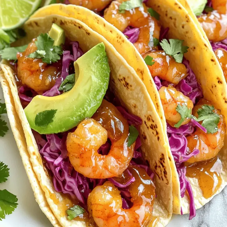 Für die Zubereitung von Honig-G Knoblauch Garnelen Tacos benötigst du frische und hochwertige Zutaten. Hier ist eine Liste der Hauptzutaten: - 450 g Garnelen, geschält und entdarmt - 3 Esslöffel Honig - 3 Esslöffel Sojasauce - 2 Knoblauchzehen, fein gehackt - 1 Esslöffel Sesamöl - 1 Teelöffel frischer Ingwer, gerieben - 1 Esslöffel Limettensaft - 8 kleine Tortillas aus Mais oder Weizen Diese Zutaten geben deinen Tacos den perfekten süßen und herzhaften Geschmack. Die Garnelen sind der Star und sollten frisch sein. Es gibt viele Möglichkeiten, deine Tacos noch besser zu machen. Füge einige dieser optionalen Zutaten hinzu: - 1 Tasse Rotkohl, fein gehobelt - 1 Avocado, in Scheiben - Frische Korianderblätter, zum Garnieren - Limettenviertel, zum Servieren - Salz und Pfeffer nach Geschmack Diese Zutaten bringen Textur und Frische. Rotkohl gibt einen schönen Crunch. Avocado sorgt für Cremigkeit. Die Wahl der Garnelen ist wichtig. Hier sind einige Tipps: - Kaufe frische Garnelen, die fest und glänzend sind. - Achte darauf, dass sie nicht faul riechen. - Überlege, ob du Wildfang oder Zuchtgarnelen nutzen möchtest. Wildfang hat oft mehr Geschmack. - Wähle die Größe, die du magst. Größere Garnelen sind saftiger, während kleinere schneller garen. Mit diesen Tipps sicherst du dir die besten Garnelen für deine Tacos. Du kannst die Garnelen auch vor dem Kochen abspülen, um sie noch frischer zu machen. Für das vollständige Rezept kannst du auf den [Full Recipe] Link schauen. Beginne mit der Marinade. Mische in einer Schüssel Honig, Sojasauce, Knoblauch, Sesamöl, Ingwer und Limettensaft. Rühre alles gut durch. Dann füge die Garnelen hinzu. Stelle sicher, dass sie die Marinade gut aufnehmen. Lasse die Garnelen 15 bis 30 Minuten marinieren. Dies gibt ihnen Geschmack. Je länger du wartest, desto besser wird es. Die Sauce macht diese Tacos besonders lecker. Du kannst dieselbe Mischung auch als Dip verwenden. Wenn du die Garnelen brätst, wird die Sauce warm und klebrig. Achte darauf, dass der Knoblauch nicht anbrennt. Das passiert schnell. Ein wenig Geduld hilft hier sehr. Erhitze eine große Pfanne bei mittlerer Hitze. Füge etwas Öl hinzu. Wenn das Öl heiß ist, lege die marinierten Garnelen hinein. Brate sie 2-3 Minuten auf jeder Seite. Sie sollten rosa und fest sein. Nimm sie dann vom Herd und würze sie mit Salz und Pfeffer. Während die Garnelen braten, erwärme die Tortillas. Du kannst sie in einer trockenen Pfanne oder in der Mikrowelle aufwärmen. Die Tortillas sollten weich und biegsam sein. Jetzt bist du bereit, die Tacos zusammenzustellen. Lege etwas Rotkohl auf jede Tortilla. Füge die Garnelen hinzu und dekoriere sie mit Avocado. Frische Korianderblätter und Limettensaft machen die Tacos perfekt. Für die vollständige Anleitung, schau dir das [Full Recipe] an. Um perfekte Garnelen zu kochen, gibt es einige wichtige Punkte. Zuerst achten Sie auf die Garzeit. Garnelen kochen schnell. Überkochen macht sie zäh und trocken. Kochen Sie die Garnelen nur 2 bis 3 Minuten pro Seite. Sie sind fertig, wenn sie rosa und undurchsichtig sind. Ein weiterer Fehler ist die Marinierzeit. Marinieren Sie die Garnelen mindestens 15 Minuten. Für mehr Geschmack können Sie bis zu 30 Minuten marinieren. Aber lassen Sie sie nicht länger, da die Säure im Limettensaft die Textur verändert. Die Präsentation macht einen großen Unterschied. Beginnen Sie mit einer großen Platte oder einem Holzbrett. Legen Sie die Tacos auf die Platte. Fügen Sie eine Handvoll Rotkohl hinzu, um Farbe und Crunch zu geben. Scheiben Sie die Avocado und legen Sie sie auf die Tacos. Garnieren Sie die Tacos mit frischen Korianderblättern. Limettenviertel daneben sorgen für einen frischen Look. Das Auge isst mit, also nutzen Sie Farben und Texturen, um die Tacos ansprechend zu gestalten. Wenn Sie keine Tortillas verwenden möchten, gibt es viele Alternativen. Salatblätter sind eine gesunde Option. Sie sind knackig und leicht. Verwenden Sie große Blätter, um die Füllung zu halten. Sie können auch Reisblätter nutzen. Diese sind dünn und flexibel. Sie geben den Tacos eine neue Note. Für eine glutenfreie Option bieten sich Reis- oder Mais-Tortillas an. Experimentieren Sie, um Ihre Lieblingsalternative zu finden. Für das vollständige Rezept schauen Sie sich den [Full Recipe] an. {{image_4}} Wenn Sie eine vegetarische Variante der Honig Knoblauch Garnelen Tacos möchten, probieren Sie Tempeh oder Tofu. Diese Optionen nehmen die Marinade gut auf und bieten eine schöne Textur. Schneiden Sie den Tempeh oder Tofu in Würfel und marinieren Sie ihn wie die Garnelen. Braten Sie den Tempeh oder Tofu in der Pfanne, bis er goldbraun ist. Fügen Sie frisches Gemüse wie Paprika oder Zucchini hinzu, um noch mehr Geschmack und Farbe zu erhalten. Spielen Sie mit verschiedenen Gewürzen, um den Geschmack Ihrer Garnelen zu variieren. Fügen Sie zum Beispiel etwas Chilipulver oder Paprika hinzu, um mehr Würze zu bekommen. Auch ein Spritzer Rauchsalz kann den Garnelen eine rauchige Note verleihen. Für einen asiatischen Touch können Sie auch fünf Gewürze oder Curry verwenden. Diese kleinen Änderungen machen einen großen Unterschied im Geschmack. Nutzen Sie saisonale Zutaten, um Ihre Tacos noch frischer zu machen. Im Sommer sind frische Tomaten und Mais perfekt. Im Herbst passen Kürbiswürfel gut in die Füllung. Im Winter können Sie Rüben oder Wintergemüse hinzufügen. Diese Zutaten bringen nicht nur Farbe, sondern auch neue Texturen und Geschmäcker in Ihr Gericht. Experimentieren Sie mit dem, was gerade Saison hat, um Ihre Tacos aufregend und lecker zu halten. Für das vollständige Rezept, siehe [Full Recipe]. Um die Reste Ihrer Honig Knoblauch Garnelen Tacos frisch zu halten, legen Sie sie in einen luftdichten Behälter. Stellen Sie sicher, dass die Tacos nicht zerdrückt sind. Lagern Sie sie im Kühlschrank. So bleiben sie bis zu zwei Tage genießbar. Wenn Sie die Garnelen getrennt lagern, halten sie besser. Wenn Sie die Marinade im Voraus machen möchten, ist das einfach. Mischen Sie Honig, Sojasauce, Knoblauch, Sesamöl, Ingwer und Limettensaft in einer Schüssel. Gießen Sie die Marinade in einen Gefrierbeutel. Verschließen Sie den Beutel gut und frieren Sie ihn ein. Die Marinade hält sich bis zu drei Monate. Zum Auftauen legen Sie den Beutel einfach in den Kühlschrank. Zubereitete Tacos schmecken am besten frisch. Trotzdem können Sie sie lagern. In einem luftdichten Behälter bleiben sie bis zu zwei Tage im Kühlschrank gut. Allerdings werden die Tortillas weich. Daher empfehle ich, die Füllung separat zu lagern. So können Sie die Tacos frisch aufwärmen, wenn Sie sie essen möchten. Garnelen sollten mindestens 15 Minuten marinieren. Für einen intensiveren Geschmack empfehle ich eine Marinierzeit von bis zu 30 Minuten. So nehmen die Garnelen die Aromen von Honig, Knoblauch und Ingwer gut auf. Zu langes Marinieren kann die Textur verändern. Ja, du kannst die Tacos im Voraus vorbereiten. Marinierte Garnelen kannst du bis zu 24 Stunden im Kühlschrank aufbewahren. Erwärme sie einfach vor dem Servieren. Du kannst auch die Tortillas im Voraus vorbereiten und später aufwärmen. Das macht die Zubereitung am Tag selbst viel einfacher. Zu diesen Tacos passen viele Beilagen. Hier sind einige Vorschläge: - Reis: Ein einfacher, weißer oder brauner Reis ergänzt die Tacos gut. - Bohnen: Schwarze oder Pintobohnen bieten eine proteinreiche Ergänzung. - Salsa: Eine frische Mango- oder Tomatensalsa bringt zusätzliche Frische. - Guacamole: Cremige Guacamole passt perfekt zu den Garnelen. - Nachos: Knusprige Nachos sind ein toller Snack dazu. Für die vollständige Zubereitung schau dir das [Full Recipe] an. Die Honig-G Knoblauch Garnelen Tacos bieten einen aufregenden Geschmack. Wir haben die besten Zutaten, die Zubereitung und praktische Tipps besprochen. Die Wahl der Garnelen ist besonders wichtig für den Erfolg. Vermeiden Sie häufige Fehler beim Kochen, um perfekte Tacos zu kreieren. Denken Sie auch an Variationen, um Ihre Tacos interessanter zu machen. Mit den richtigen Aufbewahrungsinformationen bleiben Ihre Reste frisch. Experimentieren Sie und finden Sie Ihre Lieblingsversion. Viel Spaß beim Kochen und Genießen dieser leckeren Tacos!