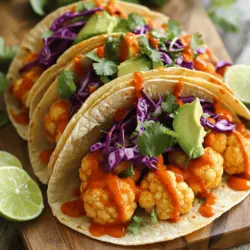 - 1 mittelgroßer Blumenkohl - 1 Tasse Weizenmehl - 1/2 Tasse Buffalo-Sauce Buffalo Blumenkohl Tacos sind einfach und lecker. Der Blumenkohl ist die Hauptzutat. Er gibt den Tacos eine tolle Textur. Das Weizenmehl hilft, den Blumenkohl knusprig zu machen. Die Buffalo-Sauce sorgt für den scharfen Geschmack. - 8 kleine Maistortillas - 1 Tasse rote Kohl - 1 Avocado Maistortillas sind perfekt für diese Tacos. Sie sind weich und lecker. Roter Kohl bringt frische und Farbe. Die Avocado ist cremig und macht die Tacos besser. - Limettenviertel - Ranch- oder Blauschimmelkäse-Dressing Limettenviertel geben einen spritzigen Kick. Sie passen gut zu den gewürzten Tacos. Ranch- oder Blauschimmelkäse-Dressing macht die Tacos noch besser. Du kannst diese Zutaten nach deinem Geschmack hinzufügen. Für das vollständige Rezept, schau dir das [Full Recipe] an. Heizen Sie den Ofen auf 230°C vor. Legen Sie ein Backblech mit Backpapier aus. In einer großen Schüssel mischen Sie das Weizenmehl, Wasser, Knoblauchpulver, Zwiebelpulver und geräuchertes Paprikapulver. Rühren Sie alles gut um, bis der Teig glatt und etwas dick ist. Dieser Teig wird den Blumenkohl umhüllen und ihm eine knusprige Textur geben. Tauchen Sie jedes Blumenkohlröschen in den Teig. Lassen Sie den überschüssigen Teig abtropfen, bevor Sie die Röschen auf das Backblech legen. Stellen Sie sicher, dass sie sich nicht berühren. So wird jeder Bissen knusprig. Backen Sie die Röschen 25 bis 30 Minuten. Wenden Sie sie nach der Hälfte der Zeit. So bräunen sie gleichmäßig. In den letzten fünf Minuten nehmen Sie das Blech heraus. Träufeln Sie die Buffalo-Sauce über die Röschen und mischen Sie vorsichtig. Stellen Sie das Blech wieder in den Ofen für fünf weitere Minuten. Erwärmen Sie die Maistortillas in einer Pfanne bei mittlerer Hitze. Halten Sie sie für etwa 15 Sekunden auf jeder Seite. So werden sie weich und formbar. Nehmen Sie eine Tortilla und geben Sie eine großzügige Menge Buffalo-Blumenkohl in die Mitte. Fügen Sie den roten Kohl, die Avocadoscheiben und den frischen Koriander hinzu. Optional können Sie Ranch- oder Blauschimmelkäse-Dressing darüber träufeln. Servieren Sie die Tacos mit Limettenvierteln für einen frischen Geschmack. Diese Schritte machen das Essen zu einem Genuss. Holen Sie sich das vollständige Rezept, um alles im Detail zu sehen. Um perfekte Blumenkohlröschen zu bekommen, achte darauf, den Blumenkohl gleichmäßig zu schneiden. Jedes Röschen sollte etwa gleich groß sein. So garen sie gleichmäßig. Für die perfekte Knusprigkeit ist die Teigschicht wichtig. Lass jedes Röschen gut abtropfen, bevor du es auf das Backblech legst. Eine heiße Ofentemperatur hilft ebenfalls. Buffalo-Sauce kann variieren. Du kannst die Schärfe nach deinem Geschmack anpassen. Füge mehr oder weniger scharfe Sauce hinzu. Probiere auch verschiedene Marken aus. Jede hat ihren eigenen Geschmack. Wenn du nach Alternativen zu Ranch- oder Blauschimmelkäse-Dressing suchst, probiere Avocado-Creme oder Joghurt. Diese sind leicht und erfrischend. Die Präsentation macht alles aus. Serviere die Tacos auf einem bunten Teller. Das sieht nicht nur gut aus, sondern macht auch Lust auf mehr. Garnituren wie Limettenviertel und frischer Koriander bringen Farbe und Frische. Eine ansprechende Anrichtung macht die Tacos noch leckerer. Nutze die Ideen aus dem [Full Recipe], um deine Tacos toll zu gestalten. {{image_4}} Um Buffalo Blumenkohl Tacos vegan zu gestalten, verwenden Sie pflanzliche Zutaten. Statt Weizenmehl können Sie Kichererbsenmehl nutzen. Für die Buffalo-Sauce achten Sie darauf, dass sie keine tierischen Produkte enthält. Soja- oder Mandelmilch eignen sich gut als Alternativen. Ein einfacher Tipp zur Anpassung: Fügen Sie eine Prise Kurkuma zum Teig hinzu. Das gibt Farbe und Geschmack. Experimentieren Sie mit anderen Pflanzenmilchsorten, um den perfekten Geschmack zu finden. Toppings machen die Tacos spannend! Hier sind einige Ideen: - Gegrillte Paprika - Frische Tomatenwürfel - Jalapeños für mehr Schärfe - Veganer Käse für eine cremige Note Für Beilagen empfehle ich einen frischen Salat oder eine cremige Guacamole. Diese passen wunderbar zu den Tacos. Sie können die Schärfe der Buffalo-Sauce leicht anpassen. Für mildere Tacos, mischen Sie die Sauce mit etwas Joghurt oder Avocado. Das macht die Sauce cremig und milder. Wenn Sie es schärfer mögen, fügen Sie Cayennepfeffer oder Chili-Pulver hinzu. Diese Gewürze verleihen einen zusätzlichen Kick. Probieren Sie auch geräuchertes Paprikapulver für eine rauchige Note. Für das vollständige Rezept und mehr Details, schauen Sie sich die [Full Recipe] an. Wenn Sie Reste von den Buffalo Blumenkohl Tacos haben, lagern Sie sie schnell. Verwenden Sie einen luftdichten Behälter. So bleibt der Geschmack frisch. Im Kühlschrank halten sie sich etwa 3 bis 4 Tage. Sie sollten die Tacos nicht in der Tortilla lagern. Das macht sie matschig. Lagern Sie den Blumenkohl und die Tortillas getrennt. Um die Reste wieder zu wärmen, nutzen Sie den Ofen. Heizen Sie ihn auf 180 Grad Celsius vor. Legen Sie die Blumenkohlstücke auf ein Backblech. Backen Sie sie 10 bis 15 Minuten lang. So bleiben sie knusprig. Mikrowellen sind auch eine Option, aber sie machen die Tacos weich. Wenn Sie die Mikrowelle verwenden, erwärmen Sie sie in kurzen Intervallen. Sie können die Tacos auch einfrieren. Wickeln Sie jeden Taco in Folie ein. Legen Sie sie dann in einen Gefrierbeutel. Beschriften Sie den Beutel mit dem Datum. So wissen Sie, wie lange sie eingefroren sind. Sie können sie bis zu 2 Monate aufbewahren. Zum Aufwärmen lassen Sie sie zuerst im Kühlschrank auftauen. Dann nutzen Sie den Ofen, um sie wieder zu erwärmen. So bleiben sie lecker und knusprig. Um Buffalo Blumenkohl Tacos zu machen, folge diesen Schritten: 1. Heize deinen Ofen auf 230°C vor. 2. Bereite den Teig aus Weizenmehl, Wasser und Gewürzen vor. 3. Tauche Blumenkohlröschen in den Teig und lege sie auf ein Backblech. 4. Backe sie für 25-30 Minuten, bis sie knusprig sind. 5. Träufle Buffalo-Sauce über den Blumenkohl und backe weitere 5 Minuten. 6. Erwärme die Maistortillas in einer Pfanne. 7. Fülle die Tortillas mit Blumenkohl und deinen Lieblingsbelägen. Diese Schritte machen das Rezept einfach und schmackhaft. Wenn du mehr Details möchtest, schaue dir das Full Recipe an. Ja, du kannst verschiedene Gemüsesorten nutzen. Hier sind einige Ideen: - Brokkoli: Er hat eine ähnliche Textur und schmeckt toll. - Zucchini: Sie ist saftig und passt gut zu den Gewürzen. - Süßkartoffeln: Sie bringen eine süße Note in die Tacos. - Paprika: Sie fügen Farbe und einen süßen Geschmack hinzu. Experimentiere mit deinem Lieblingsgemüse. So machst du die Tacos noch bunter und leckerer. Um das Rezept glutenfrei zu machen, kannst du folgende Anpassungen vornehmen: - Verwende glutenfreies Mehl anstelle von Weizenmehl. - Achte darauf, dass die Buffalo-Sauce glutenfrei ist. Diese einfachen Änderungen machen die Tacos für alle zugänglich. Genieße das Gericht ohne Sorgen! Buffalo Blumenkohl Tacos sind einfach und lecker. Du hast gelernt, welche Zutaten wichtig sind und wie du alles vorbereitest. Die richtigen Tipps sorgen für die perfekte Knusprigkeit. Denk an die vielen Variationen, die du ausprobieren kannst. Auch das Lagern und Aufwärmen ist wichtig, damit die Tacos frisch bleiben. Probier deine Anpassungen aus und finde deinen Lieblingsgeschmack. Jetzt bist du bereit, diese Tacos zu genießen und andere zu beeindrucken!