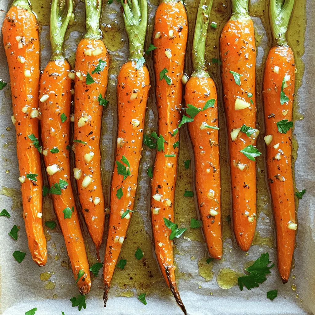 Um leckere Honig-Knoblauch-Geröstete Karotten zu machen, brauchen Sie: - 450 g Babykarotten (oder gewürfelte normale Karotten) - 3 Esslöffel Honig - 2 Esslöffel Olivenöl - 3 Knoblauchzehen, fein gehackt - 1 Teelöffel frische Thymianblätter (oder ½ Teelöffel getrockneter Thymian) - 1 Teelöffel Salz - ½ Teelöffel schwarzer Pfeffer - Optional: frisch gehackte Petersilie zum Garnieren Diese Zutaten sorgen für den süßen und herzhaften Geschmack, den wir lieben. Wenn Sie die Zutaten kaufen, achten Sie auf frische Karotten. Babykarotten sind zart und süß. Wenn Sie normale Karotten verwenden, schneiden Sie sie in gleichmäßige Stücke. So garen sie besser. Honig sollte rein und von guter Qualität sein. Olivenöl kann extra vergine sein, um den Geschmack zu verbessern. Frischer Knoblauch hat mehr Aroma als getrockneter. Thymian ist einfach zu finden und bringt einen tollen Geschmack. Möchten Sie etwas Neues probieren? Hier sind einige Ideen: - Verwenden Sie andere Gemüsesorten wie Süßkartoffeln oder Rüben. - Fügen Sie Chili-Flocken hinzu, wenn Sie es scharf mögen. - Für eine vegane Version ersetzen Sie Honig durch Ahornsirup oder Agavendicksaft. Diese Alternativen geben den Karotten einen neuen Twist und machen das Gericht spannend! Für das vollständige Rezept schauen Sie sich [Full Recipe] an. Um die Honig-Knoblauch-Mischung zu machen, nimm eine Rührschüssel. Vermische dort 3 Esslöffel Honig und 2 Esslöffel Olivenöl. Füge 3 fein gehackte Knoblauchzehen hinzu. Gib auch 1 Teelöffel frische Thymianblätter, 1 Teelöffel Salz und ½ Teelöffel schwarzen Pfeffer dazu. Rühre alles gut um, bis es gleichmäßig aussieht. Diese Mischung ist der Schlüssel zu einem tollen Geschmack. Heize deinen Ofen auf 200°C (400°F) vor. Das sorgt für eine schöne Röstaromatisierung. Lege die marinierten Karotten auf ein Backblech. Achte darauf, dass sie in einer einzigen Schicht liegen. Röste die Karotten dann für 25 bis 30 Minuten. Wende sie nach der Hälfte der Zeit, damit sie gleichmäßig garen. Sie sollten zart und leicht karamellisiert sein. Um die Karotten gleichmäßig zu rösten, achte auf folgende Tipps: - Verteile die Karotten gleichmäßig auf dem Blech. - Stelle sicher, dass sie sich nicht berühren. - Wende sie zur Hälfte der Röstzeit um. Diese Schritte helfen, die perfekte Röstaromatisierung zu erreichen. So wird jede Karotte lecker und knusprig. Wenn du diese Schritte befolgst, wirst du mit tollen Ergebnissen belohnt! Für die vollständige Anleitung und mehr Details, schaue dir das Rezept für Honig-Knoblauch-Geröstete Karotten an. Um die perfekte Konsistenz der Karotten zu erreichen, ist das richtige Schneiden wichtig. Verwenden Sie gleich große Stücke. Das hilft, dass sie gleichmäßig garen. Babykarotten sind großartig, da sie klein und zart sind. Wenn Sie normale Karotten verwenden, schneiden Sie sie in gleichmäßige Stücke. Rösten Sie die Karotten bei 200°C, um eine schöne Karamellisierung zu erreichen. Achten Sie darauf, sie nicht zu lange im Ofen zu lassen. So bleiben sie knackig und verlieren nicht ihren Geschmack. Ein häufiger Fehler ist, die Karotten zu überladen. Wenn die Karotten zu eng auf dem Blech liegen, dämpfen sie sich selbst. Stellen Sie sicher, dass sie in einer einzigen Schicht liegen. Ein weiterer Fehler ist, die Honig-Knoblauch-Mischung nicht gut genug zu vermengen. Stellen Sie sicher, dass jede Karotte gleichmäßig bedeckt ist. So schmecken sie besser. Und denken Sie daran, sie zur Hälfte umzudrehen. Das sorgt dafür, dass sie gleichmäßig rösten. Für besondere Anlässe können Sie die gerösteten Karotten kreativ anrichten. Verwenden Sie eine große, flache Platte. Legen Sie die Karotten in einer hübschen Form darauf. Garnieren Sie sie mit frisch gehackter Petersilie für einen Farbtupfer. Dies macht das Gericht ansprechender. Sie können auch einige Thymianzweige darauf legen. Das sieht toll aus und bringt einen zusätzlichen Geschmack. Für mehr Eleganz, servieren Sie sie in kleinen Portionen. Das macht das Essen einladender und stilvoller. Probieren Sie auch die [Full Recipe] für weitere Tipps! {{image_4}} Um die Honig-Knoblauch-gerösteten Karotten aufregender zu machen, füge Chili-Flocken hinzu. Diese kleine Zutat gibt einen tollen Kick. Verwende eine Prise, um den perfekten Geschmack zu finden. Du kannst die Schärfe nach deinem Geschmack anpassen. Auch geräucherter Paprika passt gut. Dieser gibt ein rauchiges Aroma, das die Süße des Honigs ergänzt. Du kannst dieses Rezept leicht anpassen, indem du andere Gemüsesorten verwendest. Probier Süßkartoffeln, Zucchini oder Rosenkohl aus. Jedes Gemüse bringt seinen eigenen Geschmack mit. Achte darauf, die Garzeit anzupassen. Dickere Stücke brauchen länger, dünnere weniger. So hast du viele Optionen für verschiedene Mahlzeiten. Möchtest du das Rezept vegan machen? Ersetze den Honig durch Agavendicksaft oder Ahornsirup. Diese Alternativen bieten eine ähnliche Süße. Der Rest des Rezepts bleibt gleich. So kannst du den gleichen leckeren Geschmack genießen, ohne tierische Produkte zu verwenden. Es ist eine einfache Anpassung, die vielen gefällt. Für das vollständige Rezept, schau dir [Full Recipe] an. Nach dem Kochen bleiben oft Reste übrig. Ich empfehle, die restlichen Karotten in einen luftdichten Behälter zu legen. So bleiben sie frisch. Lassen Sie die Karotten zuerst auf Raumtemperatur abkühlen. Das verhindert, dass sich Kondenswasser bildet. Im Kühlschrank halten die gerösteten Karotten etwa 3 bis 5 Tage. Sie können die Karotten auch einfrieren, um sie länger zu lagern. Im Gefrierer halten sie bis zu 3 Monate. Achten Sie darauf, sie gut zu verpacken, damit sie nicht gefrieren. Honig-Knoblauch-Geröstete Karotten sind perfekt für Meal Prep. Sie passen gut zu verschiedenen Gerichten. Sie können sie mit Reis, Quinoa oder als Beilage zu Fleisch servieren. Bereiten Sie eine größere Menge vor und genießen Sie die Karotten über die Woche verteilt. So bleibt Ihr Essen abwechslungsreich und lecker. Ja, du kannst andere Gemüsesorten verwenden. Süßkartoffeln, Paprika oder Zucchini passen gut. Achte darauf, die Garzeit anzupassen. Dickere Stücke brauchen länger, dünnere weniger Zeit. Experimentiere mit verschiedenen Gemüsesorten, um neue Geschmäcker zu entdecken. Um die Karotten schärfer zu machen, füge Chili-Flocken oder einen Hauch von Cayennepfeffer hinzu. Du kannst auch frischen Ingwer reiben und zur Honig-Knoblauch-Mischung geben. Diese Zutaten bringen mehr Wärme und Tiefe in das Gericht. Beginne mit kleinen Mengen und passe es nach deinem Geschmack an. Ja, das Rezept ist kinderfreundlich. Die Süße des Honigs und die milden Aromen machen es lecker. Wenn dein Kind scharfen Geschmack nicht mag, lasse die scharfen Zutaten weg. Du kannst das Rezept ganz einfach anpassen, um es für die Kleinen angenehm zu machen. Für die vollständige Zubereitung, schau dir das Rezept an. In diesem Artikel haben wir die Hauptzutaten für Honig-Knoblauch-Geröstete Karotten besprochen. Ich habe Tipps zur Zubereitung, Röstzeit und Fehlervermeidung gegeben. Außerdem haben wir Variationen und Lagerungshinweise behandelt. Nutze diese Ratschläge, um köstliche Karotten zu zaubern. Experimentiere mit Geschmäckern und genieße die Vielfalt. So wird dein Gericht ein Hit. Viel Spaß beim Kochen und Teilen!