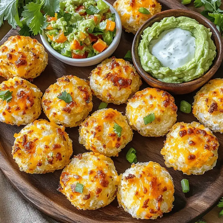 Die Zutaten für Taco Ranch Bites sind einfach und lecker. Hier sind die Hauptzutaten, die du brauchst: - 450 g Rinderhackfleisch (oder Truthahn) - 1 Päckchen Taco-Gewürzmischung - 1 Tasse zerdrückte Tortilla-Chips - 1 Tasse geriebener Cheddar-Käse - 120 ml Ranch-Dressing - 120 ml schwarze Bohnen, abgespült und abgetropft - 120 ml Mais (gefroren oder aus der Dose) - 60 ml gewürfelte Paprika (rot und grün) - 60 ml frische Frühlingszwiebeln, gehackt - 1 Esslöffel Olivenöl - Salz und Pfeffer nach Geschmack - Frischer Koriander zum Garnieren (optional) Rinderhackfleisch oder Truthahn sind beide gut für diese Häppchen. Rinderhackfleisch hat mehr Geschmack, während Truthahn magerer ist. Ich mag es, Truthahn zu verwenden, wenn ich etwas Leichteres will. Du kannst auch beides mischen, wenn du magst. Das gibt deinen Bites einen einzigartigen Geschmack. Die Taco-Gewürzmischung gibt den Taco Ranch Bites den richtigen Kick. Sie enthält viele Gewürze wie Paprika, Kreuzkümmel und Chili. Das Ranch-Dressing sorgt für Cremigkeit und macht die Bites besonders lecker. Du kannst das Dressing auch selbst machen, wenn du möchtest. Nutze frische Kräuter und Joghurt für einen gesunden Twist. Zuerst heizen wir den Ofen auf 190 °C vor. Dies sorgt dafür, dass unsere Taco Ranch Bites gleichmäßig garen. Während der Ofen vorheizt, erhitze ich das Olivenöl in einer Pfanne bei mittlerer Hitze. Danach gebe ich das Rinderhackfleisch oder den Truthahn in die Pfanne. Ich würze das Fleisch mit Salz und Pfeffer. Nach etwa 5 bis 7 Minuten ist das Fleisch goldbraun und duftet gut. Dann lasse ich das überschüssige Fett ab. Jetzt füge ich die Taco-Gewürzmischung hinzu. Ich rühre alles gut um und folge den Anweisungen auf der Verpackung. Oft muss ich einen Spritzer Wasser hinzufügen. Nach ein paar Minuten köcheln, ist die Mischung dick und aromatisch. In einer großen Rührschüssel gebe ich das angebratene Fleisch, die zerdrückten Tortilla-Chips, den Cheddar-Käse, die schwarzen Bohnen, den Mais und das Ranch-Dressing dazu. Ich mixe alles gut, bis es gleichmäßig vermischt ist. Jetzt kommt der spaßige Teil! Ich forme mit einem Eisportionierer oder meinen Händen kleine Bällchen aus der Mischung. Diese lege ich auf ein mit Backpapier ausgelegtes Backblech. Dann schiebe ich das Blech in den vorgeheizten Ofen. Nach 15 bis 20 Minuten sind die Bites goldbraun und der Käse ist geschmolzen. Ich nehme sie aus dem Ofen und lasse sie kurz abkühlen. Um die Taco Ranch Bites knusprig zu machen, gibt es einige wichtige Schritte. Zuerst heizt du den Ofen gut vor. Eine hohe Temperatur hilft, das Innere zu garen und das Äußere knusprig zu machen. Verwende auch frische Tortilla-Chips. Diese geben den Bites einen tollen Crunch. Lege die Bites auf ein mit Backpapier ausgelegtes Blech. So kleben sie nicht und werden gleichmäßig knusprig. Du kannst die Gewürze leicht ändern. Wenn du es schärfer magst, füge eine Prise Chili-Pulver oder Cayenne-Pfeffer hinzu. Für einen milderen Geschmack, reduziere die Menge der Taco-Gewürzmischung. Du kannst auch frische Kräuter wie Koriander oder Petersilie verwenden. Diese geben den Bites einen frischen Geschmack. Frische Zutaten machen einen großen Unterschied. Verwende frische Paprika und Frühlingszwiebeln. Diese bringen Farbe und Geschmack. Auch frische Bohnen sind eine tolle Option. Sie sind knackig und voller Nährstoffe. Wenn du die Möglichkeit hast, kaufe lokale Produkte. Diese sind oft frischer und geschmackvoller. Ein guter Tipp ist, immer das Beste aus den Zutaten herauszuholen. So werden deine Bites noch köstlicher. Du findest das vollständige Rezept [hier](#). {{image_4}} Wenn Sie eine vegetarische Variante möchten, ersetzen Sie das Fleisch. Sie können schwarze Bohnen oder Linsen verwenden. Diese geben einen tollen Geschmack und die nötige Fülle. Fügen Sie mehr Gemüse wie Zucchini oder Pilze hinzu. Das bringt frische Aromen und eine schöne Textur. So bleiben die Taco Ranch Bites lecker, auch ohne Fleisch. Käse ist ein wichtiger Teil der Taco Ranch Bites. Sie können mit verschiedenen Käsesorten spielen. Probieren Sie Monterey Jack oder Gouda für einen anderen Geschmack. Jede Käsesorte hat ihren eigenen Charakter. Der Käse schmilzt gut und gibt den Bites eine cremige Note. Experimentieren Sie, um Ihre Lieblingskombination zu finden! Für die Schärfe können Sie Jalapeños oder Chilis hinzufügen. Diese bringen einen aufregenden Kick. Wenn Sie es mild mögen, lassen Sie die scharfen Zutaten weg. Stattdessen können Sie mehr Gewürze wie Paprika verwenden. So passen die Bites zu jedem Geschmack. So können Sie für jeden Anlass eine ideale Variante zubereiten. Für die vollständige Rezeptanleitung, schauen Sie sich das [Full Recipe] an. Um deine Taco Ranch Bites frisch zu halten, lege sie in einen luftdichten Behälter. Teile die Reste in Portionen auf. So hast du immer die richtige Menge bereit. Stelle den Behälter in den Kühlschrank. Dort bleiben sie bis zu drei Tage frisch. Du kannst auch etwas Frischhaltefolie nutzen, um die Bites zusätzlich abzudecken. Um die Bites wieder warm zu machen, heize deinen Ofen auf 175 °C vor. Lege die Taco Ranch Bites auf ein Backblech. Bedecke sie mit etwas Alufolie, damit sie nicht austrocknen. Erwärme sie etwa 10 bis 15 Minuten. Du kannst auch eine Mikrowelle verwenden. Stelle die Bites auf einen mikrowellengeeigneten Teller und erhitze sie für 1-2 Minuten. So bleiben sie saftig. Die Zutaten für Taco Ranch Bites haben unterschiedliche Haltbarkeiten. Rinderhack oder Truthahn bleibt im Kühlschrank etwa 1 bis 2 Tage frisch. Tortilla-Chips und Käse halten sich in der Regel länger. Sie sind oft bis zu einem Monat nach dem Kauf sicher. Die fertigen Bites sind im Kühlschrank bis zu drei Tage haltbar. Achte darauf, sie gut zu lagern, um die Qualität zu erhalten. Die Zubereitungszeit für Taco Ranch Bites beträgt etwa 15 Minuten. Die Backzeit liegt bei 15 bis 20 Minuten. Insgesamt benötigen Sie also etwa 35 Minuten. In dieser Zeit können Sie die Bites einfach zubereiten und backen. Ja, Taco Ranch Bites können im Voraus zubereitet werden. Sie können die Mischung einige Stunden vorher herstellen und diese im Kühlschrank aufbewahren. Formen Sie die Bites erst kurz vor dem Backen. Dadurch bleibt die Textur frisch und knusprig. Sie können auch die bereits gebackenen Bites aufbewahren. Lagern Sie diese in einem luftdichten Behälter im Kühlschrank. Taco Ranch Bites passen gut zu verschiedenen Beilagen. Hier sind einige Ideen: - Salsa - Guacamole - Extra Ranch-Dressing zum Dippen - Frische Gemüsesticks - Nachos Diese Beilagen ergänzen den Geschmack der Bites perfekt. Sie sind ideal für Partys oder als Snack für den Abend. Taco Ranch Bites sind einfach zu machen und sehr lecker. Wir haben die Hauptzutaten und die Zubereitung besprochen. Gewürze machen den Unterschied, und frische Zutaten heben den Geschmack. Du kannst viele Variationen ausprobieren, zum Beispiel vegetarische Optionen. Reste sind leicht zu lagern und aufzuwärmen. Mit diesen Tipps bist du bereit, deinen eigenen Taco Ranch Bites zu probieren. Viel Spaß beim Kochen!