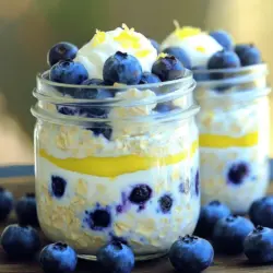 - 1 Tasse Haferflocken - 1 Tasse Mandelmilch oder Milch nach Wahl - 1 Esslöffel Chiasamen - 1 Teelöffel Zitronenschale Die Basis unserer Overnight Oats sind Haferflocken. Sie sind gesund und reich an Ballaststoffen. Ich benutze oft Mandelmilch, aber jede Milch funktioniert gut. Chiasamen sind wichtig, da sie die Mischung dicker machen. Die Zitronenschale bringt einen frischen, zitrusartigen Geschmack. - 2 Esslöffel Ahornsirup oder Honig - 1/2 Teelöffel Vanilleextrakt - Eine Prise Salz Für die Süße füge ich Ahornsirup oder Honig hinzu. Beide sind großartige natürliche Süßstoffe. Vanilleextrakt bringt einen feinen Geschmack mit. Eine kleine Prise Salz hilft, die Aromen hervorzuheben. - 1/2 Tasse frische Blaubeeren (plus extra zum Garnieren) - Optional: Griechischer Joghurt für zusätzliche Cremigkeit Frische Blaubeeren machen die Overnight Oats bunt und fruchtig. Ich mag es, sie in die Mischung zu falten. Das ergibt eine schöne Textur. Wenn du es cremiger magst, füge griechischen Joghurt hinzu. Das macht die Oats noch reichhaltiger. Das vollständige Rezept für die Zesty Lemon Blueberry Overnight Oats findest du in der Rezeptsektion. Zuerst nehme ich eine Schüssel. Ich gebe die Haferflocken, Chiasamen und Zitronenschale hinein. Dann füge ich eine Prise Salz hinzu. Es ist wichtig, alles gut zu mischen. So verteilen sich die Zutaten gleichmäßig. In einer separaten Schüssel gebe ich die Mandelmilch, den Ahornsirup und den Vanilleextrakt. Ich verwende einen Schneebesen, um alles gut zusammenzuquirlen. Es sollte eine homogene Mischung entstehen. Das sorgt für einen tollen Geschmack. Jetzt gieße ich die flüssige Mischung über die trockenen Zutaten. Ich rühre vorsichtig um, bis alles gut kombiniert ist. Danach füge ich die frischen Blaubeeren hinzu. Ich falte sie behutsam unter, damit sie nicht zerdrückt werden. Ich teile die Mischung gleichmäßig in Gläser oder Behälter auf. Dann verschließe ich sie gut. Die Gläser stelle ich über Nacht in den Kühlschrank. Dadurch saugen die Haferflocken die Flüssigkeit auf und werden dick. Am nächsten Morgen rühre ich die Haferflocken gut um. Für eine cremigere Textur kann ich Griechischen Joghurt hinzufügen. Schließlich garniere ich die Haferflocken mit zusätzlichen Blaubeeren und Zitronenschale. Für das vollständige Rezept, schau dir "Zesty Lemon Blueberry Overnight Oats" an. Um die Haferflocken perfekt zuzubereiten, achte auf die Flüssigkeitsmenge. Mehr Flüssigkeit macht die Mischung cremiger, während weniger sie dicker macht. Beginne mit 1 Tasse Mandelmilch. Wenn du es dicker magst, nutze etwas weniger. Bei weniger Flüssigkeit werden die Haferflocken fester. Experimentiere, bis du die für dich ideale Konsistenz findest. Du kannst die Geschmäcker erweitern, indem du andere Früchte hinzufügst. Probier Erdbeeren, Himbeeren oder sogar Bananen. Gewürze wie Zimt oder Muskatnuss bringen einen neuen Twist. Um die Süße zu verbessern, füge mehr Ahornsirup oder Honig hinzu. Jeder kann nach eigenem Geschmack anpassen. Die Optik ist wichtig. Serviere die Overnight Oats in klaren Gläsern. So kommt die schöne Schichtung zur Geltung. Garniere sie mit frischen Blaubeeren und etwas Zitronenschale. Das sieht nicht nur toll aus, sondern schmeckt auch frisch. Diese kleinen Details machen dein Gericht besonders und einladend. {{image_4}} Um die Nährstoffe zu steigern, kannst du Proteinpulver oder Nüsse hinzufügen. Diese Zutaten machen die Overnight Oats sättigender. Ich empfehle, ein bis zwei Esslöffel Proteinpulver in die trockenen Zutaten zu mischen. Nüsse wie Mandeln oder Walnüsse geben einen tollen Crunch. Eine andere Möglichkeit ist, griechischen Joghurt hinzuzufügen. Dieser macht die Mischung cremiger. Ein Löffel Joghurt am Morgen erhöht den Proteingehalt. Du kannst die Blaubeeren durch andere Beeren ersetzen. Himbeeren oder Erdbeeren passen wunderbar. Diese Beeren bringen frische Aromen. Sie machen das Frühstück bunt und appetitlich. Eine weitere Idee ist, Limette anstelle von Zitrone zu verwenden. Der Limettengeschmack gibt den Oats eine neue, aufregende Note. Probiere es aus, wenn du den Geschmack variieren möchtest. Wenn du eine vegane Option suchst, wähle pflanzliche Milch. Mandelmilch oder Hafermilch sind großartige Alternativen. Du kannst auch einen pflanzlichen Süßstoff nutzen, um die Süße anzupassen. Achte darauf, dass die Zutaten rein pflanzlich sind, um das Gericht vegan zu halten. Die Variationen machen die Lemon Blueberry Overnight Oats spannend und gesund. Für das vollständige Rezept schaue dir die Zesty Lemon Blueberry Overnight Oats an. Bewahre die Overnight Oats im Kühlschrank auf. Sie bleiben frisch für bis zu 3 Tage. Vor dem Servieren solltest du die Mischung gut umrühren. Das sorgt für eine gleichmäßige Textur. Manchmal setzen sich die Zutaten ab, und das Rühren hilft. Du kannst die Overnight Oats auch einfrieren. Teile die Mischung in Portionen auf und fülle sie in gefrierfreundliche Behälter. Lass sie langsam im Kühlschrank auftauen. Beachte, dass die Textur beim Einfrieren etwas anders wird. Die Haferflocken können weicher sein, aber der Geschmack bleibt lecker. Frische Zutaten sind der Schlüssel zu einem guten Geschmack. Achte darauf, dass alle Zutaten frisch sind, besonders die Blaubeeren. Verwende frische Blaubeeren statt gefrorenen, wenn möglich. Sie haben mehr Geschmack und eine bessere Textur. So wird dein Frühstück noch köstlicher. Du kannst die Overnight Oats bis zu drei Tage im Kühlschrank aufbewahren. Achte darauf, sie in einem luftdichten Behälter zu lagern. Vor dem Essen rühre die Haferflocken gut um. So stellt sich die beste Konsistenz ein. Ja, du kannst die Overnight Oats warm genießen. Erwärme sie einfach in der Mikrowelle für etwa 30 Sekunden. Rühre gut um und überprüfe die Temperatur. So kannst du den frischen Geschmack auch warm erleben. Wenn du keine Chiasamen hast, probiere Leinsamen oder Hanfsamen. Diese Samen bieten ähnliche Nährstoffe. Du kannst auch Joghurt verwenden, um die Mischung cremig zu machen. Dieses Rezept ist gesund! Haferflocken liefern Ballaststoffe. Blaubeeren sind reich an Antioxidantien. Außerdem bringt Zitronenschale frischen Geschmack. Die Kombination unterstützt deine Gesundheit und dein Wohlbefinden. Ja, du kannst viele Obstsorten hinzufügen. Probiere Erdbeeren, Himbeeren oder Bananen. Sie geben einen anderen Geschmack und machen das Rezept vielseitig. Experimentiere mit deinen Lieblingsfrüchten! Das vollständige Rezept für die Zesty Lemon Blueberry Overnight Oats findest du hier: [Full Recipe]. Dort findest du alle Schritte und Tipps für ein perfektes Ergebnis. Overnight Oats sind einfach und vielseitig. Wir haben die Hauptzutaten, die Vorbereitung und die besten Tipps besprochen. Du kannst sie anpassen, um deinen besonderen Geschmack zu treffen. Lagere sie bis zu drei Tage im Kühlschrank oder friere sie ein. Denk daran, frische Zutaten sorgen für den besten Geschmack. Probiere die Variationen, um neue Aromen zu entdecken. Mit diesen Ideen wird dein Frühstück lecker und gesund sein. Experimentiere und finde deine Lieblingsversion!
