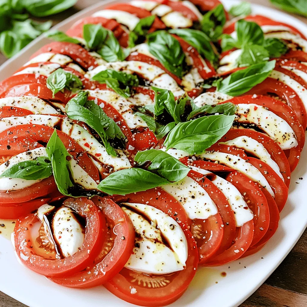 - Frische Tomaten (2 große, reife) - Mozzarella (225 g, frisch) - Basilikum (eine Handvoll Blätter) Die Auswahl der Zutaten ist wichtig. Verwende reife Tomaten. Sie geben dem Salat viel Geschmack. Frischer Mozzarella ist cremig und lecker. Basilikum sorgt für eine frische Note. - Balsamico-Essig (1 Tasse) - Extra natives Olivenöl (2 Esslöffel) - Meersalz und frisch gemahlener schwarzer Pfeffer Die Balsamico-Reduktion macht den Salat besonders. Sie bringt Süße und Säure zusammen. Benutze hochwertigen Balsamico-Essig. Das Olivenöl rundet den Geschmack ab. Meersalz und Pfeffer sorgen für mehr Tiefe. - Zerstoßene rote Pfefferflocken (eine Prise) Möchtest du etwas Schärfe? Füge zerstoßene rote Pfefferflocken hinzu. Diese Option ist einfach und macht viel aus. Sie geben deinem Salat einen kleinen Kick. Für das vollständige Rezept, schau dir den Abschnitt "Full Recipe" an. Um die Balsamico-Reduktion zu machen, beginne ich mit dem Essig. Ich gieße eine Tasse Balsamico-Essig in einen kleinen Topf. Dann erhitze ich ihn bei mittlerer Hitze. Sobald er köchelt, reduziere ich die Hitze auf niedrig. Ich lasse den Essig etwa 15-20 Minuten köcheln. Es ist wichtig, dabei gelegentlich umzurühren. Die Reduktion ist fertig, wenn sie dickflüssig ist und sich um die Hälfte reduziert hat. Nach dem Kochen lasse ich die Reduktion auf Raumtemperatur abkühlen. Jetzt kommt der beste Teil: den Salat schichten! Ich nehme ein großes Serviertablett. Dann schichte ich abwechselnd dicke Scheiben von Tomaten und Mozzarella. Ich achte darauf, dass die Farben schön zur Geltung kommen. Zwischen jeder Schicht lege ich ein paar frische Basilikumblätter. Das gibt dem Salat nicht nur Geschmack, sondern sieht auch toll aus. Um den Salat zu würzen, träufele ich extra nativem Olivenöl gleichmäßig über die Schichten. Dann kommt die Balsamico-Reduktion dazu. Ich gieße sie vorsichtig auf den Salat, damit alles gleichmäßig bedeckt ist. Jetzt würze ich mit Meersalz und frisch gemahlenem schwarzem Pfeffer. Wenn ich Lust auf etwas Schärfe habe, füge ich eine Prise zerstoßene rote Pfefferflocken hinzu. Das bringt einen tollen Kick! Wenn du mehr über die Zubereitung erfahren möchtest, schau dir das Full Recipe an. Um den besten Caprese-Salat zu machen, wähle reife Tomaten. Sie sollten rot und fest sein. Reife Tomaten bringen den besten Geschmack. Achte auch auf frischen Mozzarella. Er sollte weich und saftig sein. Basilikum ist das letzte wichtige Element. Wähle grüne Blätter, die frisch und duftend sind. Wenn du diese Zutaten auswählst, schmeckt dein Salat viel besser. Die Balsamico-Reduktion ist der Star des Gerichts. Um die perfekte Konsistenz zu erreichen, koche den Essig sanft. Lass ihn bis zur Hälfte reduzieren. Rühre oft, damit er nicht anbrennt. Bei zu hoher Hitze kann die Reduktion bitter werden. Wenn sie dickflüssig ist, nimm den Topf vom Herd. Lass sie dann auf Raumtemperatur abkühlen. Die Süße kannst du nach Geschmack anpassen. Die Anrichtung ist wichtig für den Genuss. Arrangiere die Tomaten und den Mozzarella in schönen Schichten. Du kannst auch einen Spiral- oder Scheibenansatz wählen. Garnieren mit frischem Basilikum gibt Farbe. Ein letzter Drizzle der Balsamico-Reduktion sorgt für einen Wow-Effekt. Du kannst auch andere Garnituren ausprobieren. Einige Oliven oder geröstete Nüsse bringen zusätzliche Textur. Diese einfachen Tipps machen deinen Salat zu einem Blickfang. {{image_4}} Eine einfache Möglichkeit, den Caprese-Salat zu verändern, ist die Zugabe von Avocado oder Rucola. Avocado bringt eine cremige Textur und gesunde Fette. Rucola fügt einen würzigen Kick hinzu. Beide Zutaten passen gut zu den frischen Tomaten und dem milden Mozzarella. Außerdem können Sie verschiedene Käsesorten verwenden. Feta oder Ziegenkäse geben dem Salat einen neuen Geschmack. Experimentieren Sie mit verschiedenen Kombinationen, um Ihre eigene Version zu kreieren. Für eine herzhaftere Variante können Sie gegrilltes Gemüse einbinden. Paprika, Zucchini oder Auberginen sind tolle Optionen. Das Grillen der Gemüse bringt einen rauchigen Geschmack. Die Kombination aus dem gegrillten Gemüse und dem frischen Salat macht das Gericht kräftiger und sättigender. Wenn Sie nach Alternativen zur Balsamico-Reduktion suchen, probieren Sie anderen Essige. Ein Apfelessig oder Rotweinessig kann frisch und spritzig wirken. Für einen fruchtigen Twist können Sie Zitrusfrüchte wie Limette oder Orange verwenden. Diese bringen eine interessante Süße und Frische in den Salat. Für das vollständige Rezept schauen Sie sich den [Full Recipe] an. Um den Caprese-Salat frisch zu halten, lagere ihn im Kühlschrank. Benutze eine luftdichte Schüssel, um die Zutaten zu schützen. So bleibt der Salat knackig und geschmackvoll. Du kannst den Salat bis zu zwei Tage im Kühlschrank aufbewahren. Wenn du im Voraus planen möchtest, schneide die Tomaten und den Mozzarella. Bewahre sie getrennt auf, damit sie nicht matschig werden. Füge das Basilikum erst kurz vor dem Servieren hinzu. So bleibt der Geschmack frisch und intensiv. Die Balsamico-Reduktion sollte in einem sauberen Glasbehälter aufbewahrt werden. Lass sie zuerst auf Raumtemperatur abkühlen, bevor du sie abfüllst. Verschließe das Glas gut, um die Frische zu erhalten. Die Reduktion hält sich im Kühlschrank bis zu einem Monat. Du kannst sie auch in anderen Gerichten verwenden, wie zum Beispiel in Salatdressings oder als Sauce für gegrilltes Gemüse. Ihre Vielseitigkeit macht sie zu einem tollen Zusatz in deiner Küche. Um eine perfekte Balsamico-Reduktion zu machen, fangen Sie mit hochwertigem Balsamico-Essig an. Gießen Sie eine Tasse in einen kleinen Topf. Erhitzen Sie den Essig auf mittlerer Hitze. Lassen Sie ihn köcheln, bis er dick wird. Rühren Sie gelegentlich um, damit er nicht anbrennt. Die Reduktion ist fertig, wenn sie um die Hälfte reduziert ist. - Tipps zur Zubereitung: - Verwenden Sie einen hochwertigen Balsamico-Essig für den besten Geschmack. - Achten Sie darauf, die Hitze nicht zu hoch zu stellen, um ein Anbrennen zu vermeiden. - Sie können die Süße anpassen, indem Sie etwas Zucker hinzufügen. Ja, Sie können den Salat im Voraus zubereiten, aber einige Dinge sind wichtig. Bereiten Sie die Zutaten vor, aber schichten Sie den Salat erst kurz vor dem Servieren. So bleiben die Tomaten und der Mozzarella frisch. - Beste Methoden zur Vorbereitung und Lagerung: - Schneiden Sie die Tomaten und den Mozzarella, aber lagern Sie sie getrennt. - Bewahren Sie den Salat in einem luftdichten Behälter im Kühlschrank auf. - Fügen Sie das Balsamico und das Öl erst kurz vor dem Servieren hinzu. Caprese-Salat ist vielseitig und passt gut zu vielen Gerichten. Er schmeckt hervorragend zu gegrilltem Fleisch oder Fisch. Auch ein frisches Baguette oder Bruschetta sind tolle Begleiter. - Vorschläge für passende Speisen und Getränke: - Servieren Sie gegrilltes Hähnchen oder Rindersteak. - Ein leichtes Zitronenwasser oder ein trockener Weißwein passt gut dazu. - Eine einfache Pasta mit Olivenöl und Knoblauch ergänzt den Salat perfekt. Der Caprese-Salat vereint frische Tomaten, Mozzarella und Basilikum. Die Balsamico-Reduktion verleiht ihm Tiefe. Wähle reife Zutaten für besten Geschmack und achte auf die richtige Lagerung. Variationen wie Avocado oder gegrilltes Gemüse bringen Abwechslung. Mit diesen Tipps bereitest du einen köstlichen Salat zu. Genieße jedes Stück und teile ihn mit Freunden!