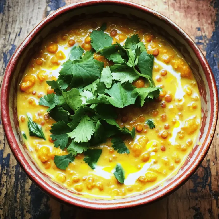 - 1 Tasse rote Linsen, gut abgespült - 1 Dose (400 ml) Kokosmilch - 1 Dose (400 ml) gewürfelte Tomaten (inkl. Saft) - 1 mittelgroße Zwiebel, grob gehackt - 3 Knoblauchzehen, fein gehackt - 1 Esslöffel frischer Ingwer, fein gehackt - 1 Esslöffel Currypulver - 1 Teelöffel Kurkumapulver - 1 Teelöffel Kreuzkümmel - 2 Tassen Gemüsebrühe - 2 Tassen frischer Spinat, grob gehackt - 1 Esslöffel Olivenöl - Salz und Pfeffer nach Geschmack - Frischer Koriander zum Garnieren Ich finde die Hauptzutaten einfach großartig. Rote Linsen bringen viel Protein und Ballaststoffe. Sie kochen schnell und machen das Gericht herzhaft. Kokosmilch sorgt für eine cremige Textur und einen tollen Geschmack. Gewürfelte Tomaten fügen Säure und Süße hinzu. Diese Kombination ist der Schlüssel für einen leckeren Geschmack. Die weiteren Zutaten sind ebenso wichtig. Zwiebel und Knoblauch bringen Tiefe und Aroma. Sie bilden die Basis für alle Aromen im Gericht. Gewürze wie Currypulver, Kurkuma und Kreuzkümmel sorgen für den echten Curry-Geschmack. Frischer Spinat bringt Farbe und Nährstoffe. Olivenöl unterstützt das Anbraten und rundet das Ganze ab. Ich empfehle, alles frisch zu verwenden. Das macht den Unterschied in der Qualität. Wenn du magst, kannst du auch frischen Koriander darüber streuen. Er gibt dem Gericht eine frische Note. Für das vollständige Rezept schau dir die [Full Recipe] an. Zuerst spüle die Linsen gut ab. Das hilft, Schmutz zu entfernen. Dann bereite die anderen Zutaten vor. Hacke die Zwiebel in kleine Stücke. Nimm die Knoblauchzehen und hacke sie fein. Der Ingwer muss auch klein gehackt werden. Bereite alles vor, bevor du mit dem Kochen beginnst. Erhitze in einem großen Topf das Olivenöl bei mittlerer Hitze. Gib die gehackte Zwiebel hinein und brate sie für etwa 5 Minuten. Sie sollte glasig werden. Jetzt füge Knoblauch und Ingwer hinzu. Koche das Ganze für eine weitere Minute. Das gibt einen tollen Duft. Gib dann die Gewürze hinzu: Currypulver, Kurkuma und Kreuzkümmel. Röste die Gewürze 1-2 Minuten lang, um den Geschmack zu intensivieren. Jetzt kommen die Linsen und die gewürfelten Tomaten in den Topf. Gieße die Gemüsebrühe dazu. Lass alles kochen. Sobald es kocht, reduziere die Hitze. Lass die Linsen 20 Minuten köcheln, bis sie zart sind. Rühre gelegentlich um, damit sie nicht anhaften. Füge dann die Kokosmilch hinzu und rühre gut um. Nimm den gehackten Spinat und mische ihn unter. Lasse das Gericht weitere 5 Minuten garen, bis der Spinat verwelkt ist. Schmecke es mit Salz und Pfeffer ab. Serviere das Gericht heiß und garniere es mit frischem Koriander. Du kannst das vollständige Rezept hier finden: [Full Recipe]. Um den Geschmack von Kokos-Curry-Linsen zu verbessern, achte auf die Würze. Verwende eine ausgewogene Mischung aus Gewürzen. Zu viel oder zu wenig kann den Geschmack ruinieren. Probiere, die Gewürze nach und nach hinzuzufügen. So kannst du den Geschmack besser kontrollieren. Frische Kräuter bringen Farbe und Geschmack. Koriander passt perfekt zu diesem Gericht. Füge ihn kurz vor dem Servieren hinzu. Es macht das Gericht noch frischer. Ein häufiger Fehler ist, die Linsen zu lange zu kochen. Sie sollten weich sein, aber nicht matschig. Achte darauf, sie regelmäßig zu überprüfen. Etwa 20 Minuten Kochzeit sind ideal. Unzureichendes Rühren kann auch Probleme machen. Rühre die Linsen während des Kochens regelmäßig um. So verhinderst du, dass sie am Boden anhaften. Das sorgt für eine gleichmäßige Konsistenz und einen guten Geschmack. Wenn du diese Tipps befolgst, wird dein Kokos-Curry-Linsen Gericht köstlich und ein Genuss! Für die genaue Zubereitung schaue dir das [Full Recipe] an. {{image_4}} Ich liebe es, beim Kochen kreativ zu sein. Für das Rezept kannst du verschiedene Gemüse hinzufügen. Karotten sind eine süße Option. Paprika bringt Farbe und Crunch. Kürbis gibt dem Gericht einen tollen Geschmack. Du kannst auch proteinreiche Zutaten verwenden. Kichererbsen passen gut dazu. Wenn du Fleisch magst, probiere Hähnchen. Es macht das Gericht noch herzhaft. Die Gewürzmischung ist wichtig. Du kannst sie anpassen, um deinen Geschmack zu treffen. Vielleicht magst du mehr Kurkuma oder Kreuzkümmel? Frische Chilis bringen Schärfe ins Gericht. Wenn du es würziger magst, füge sie einfach hinzu. Du wirst überrascht sein, wie viel Unterschied das macht. Für das komplette Rezept schaue dir bitte die [Full Recipe] an. Um deine Kokos-Curry-Linsen frisch zu halten, lagere sie in einem luftdichten Behälter. Lass sie zuerst auf Raumtemperatur abkühlen. So verhinderst du Kondensation im Behälter. Im Kühlschrank bleiben die Linsen bis zu fünf Tage gut. Achte darauf, dass die Linsen nicht zu lange stehen. Sie verlieren sonst an Geschmack und Textur. Wenn du mehr Linsen kochst, friere sie in Portionsgrößen ein. Verwende wiederverschließbare Gefrierbeutel oder luftdichte Behälter. So bleiben die Linsen bis zu drei Monate haltbar. Denke daran, die Portionen zu kennzeichnen. So weißt du, wann du sie gemacht hast. Um die gefrorenen Portionen aufzuwärmen, lasse sie zuerst im Kühlschrank auftauen. Erhitze sie dann in einem Topf bei mittlerer Hitze. Du kannst auch etwas Wasser oder Kokosmilch hinzufügen, um die Mischung cremiger zu machen. So schmecken die Linsen fast so frisch wie beim ersten Kochen. Gekochte Linsen bleiben im Kühlschrank etwa 3 bis 5 Tage frisch. Bewahre sie in einem luftdichten Behälter auf. Im Gefrierschrank halten sie bis zu 6 Monate. Achte darauf, sie portionsweise einzufrieren. So tauchst du nur das auf, was du brauchst. Ja, das Rezept für Kokos-Curry-Linsen ist vegan. Alle Zutaten sind pflanzlich. Die Kokosmilch und die Linsen bieten eine tolle Kombination aus Geschmack und Nährstoffen. Du kannst sicher sein, dass keine tierischen Produkte enthalten sind. Ja, du kannst das Gericht scharf machen! Füge frische Chilis oder Chili-Pulver nach deinem Geschmack hinzu. Beginne mit einer kleinen Menge und taste dich langsam vor. So findest du die perfekte Schärfe für dein Gericht. Dieses Rezept nutzt Rote Linsen, Kokosmilch und Gewürze für einen tollen Geschmack. Die Anleitung hilft dir, einfach und schnell zu kochen. Achte beim Kochen auf die richtigen Zeiten und Techniken. Probiere auch verschiedene Variationen und verwende frische Zutaten. Bewahre Reste richtig auf, damit sie frisch bleiben. Mit diesen Tipps kannst du dein Gericht immer wieder anpassen. Kochen macht Spaß und bringt Freude ins Leben!