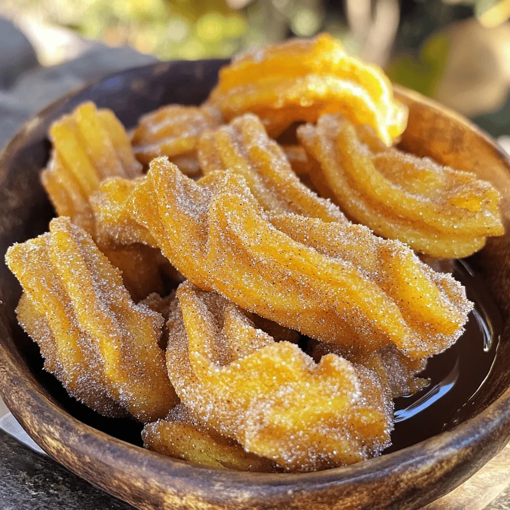Um die perfekten Zimt-Zucker-Churros zuzubereiten, benötigst du folgende Zutaten: - 240 ml Wasser - 30 g Zucker - ½ Teelöffel Salz - 30 ml Pflanzenöl - 125 g Weizenmehl (allzweck) - 2 große Eier - 5 ml Vanilleextrakt - 100 g Kristallzucker (zum Wälzen) - 2 Teelöffel gemahlener Zimt - Öl zum Frittieren (mindestens 5 cm hoch in einem schweren Topf) Jede Zutat hat ihre eigene Rolle in diesem Rezept: - Wasser: Es hilft, den Teig zu bilden, wenn es erhitzt wird. - Zucker: Er süßt den Teig und trägt zur Karamellisierung beim Frittieren bei. - Salz: Ein kleiner Anteil bringt den Geschmack der Churros zur Geltung. - Pflanzenöl: Es sorgt für eine zarte Textur im Teig und wird zum Frittieren verwendet. - Weizenmehl: Es bildet die Grundlage des Teigs und macht die Churros knusprig. - Eier: Sie geben Struktur und helfen dem Teig, beim Frittieren aufzugehen. - Vanilleextrakt: Dieser Zusatz sorgt für ein feines Aroma. - Kristallzucker und Zimt: Diese Mischung gibt den Churros die charakteristische Süße und den Geschmack. - Öl zum Frittieren: Notwendig, um die Churros goldbraun und knusprig zu machen. Die Qualität deiner Zutaten hat großen Einfluss auf das Endergebnis. Hier sind einige Tipps: - Wasser: Verwende frisches, kaltes Wasser. Leitungswasser ist meist in Ordnung. - Zucker: Achte darauf, dass er trocken und klumpenfrei ist. - Salz: Verwende feines Meersalz für einen besseren Geschmack. - Pflanzenöl: Wähle ein neutrales Öl, wie Sonnenblumen- oder Rapsöl. - Weizenmehl: Kaufe hochwertiges Allzweckmehl für die beste Textur. - Eier: Frische Eier haben eine bessere Textur und Geschmack. - Vanilleextrakt: Nutze reinen Extrakt für den besten Geschmack. - Zimt: Verwende frischen Zimt, um das Aroma zu intensivieren. Mit diesen Zutaten und Tipps wirst du köstliche Zimt-Zucker-Churros zubereiten. Du kannst das komplette Rezept im Abschnitt "Full Recipe" finden. Um den perfekten Teig für Churros zu machen, beginne mit einem mittleren Topf. Mische dort 240 ml Wasser, 30 g Zucker, ½ Teelöffel Salz und 30 ml Pflanzenöl. Stelle den Herd auf mittlere Hitze und bringe die Mischung zum Kochen. Sobald das Wasser kocht, nimm den Topf vom Herd. Jetzt kommt der spannende Teil: Rühre 125 g Weizenmehl schnell ein. Der Teig sollte glatt und formbar sein. Lass den Teig etwa 10 Minuten abkühlen. Füge dann nacheinander 2 große Eier hinzu und rühre gut um. Am Ende gib 5 ml Vanilleextrakt dazu und mische alles, bis die Masse glatt ist. Jetzt ist es Zeit, die Churros zu frittieren! Erhitze in einem tiefen Topf mindestens 5 cm Öl auf etwa 180°C. Fülle eine Spritztüte mit einer Sterntülle mit dem Teig. Spritze Streifen von etwa 15 cm Länge in das heiße Öl. Verwende eine Schere oder ein Messer, um die Streifen abzutrennen. Frittiere die Churros 2-3 Minuten von jeder Seite, bis sie goldbraun und knusprig sind. Wenn sie fertig sind, lege sie auf einen Teller mit Küchenpapier, um das überschüssige Öl abtropfen zu lassen. Während die Churros noch warm sind, mische 100 g Kristallzucker mit 2 Teelöffeln gemahlenem Zimt in einer kleinen Schüssel. Wälze die Churros in der Zimt-Zucker-Mischung, bis sie gleichmäßig bedeckt sind. So bekommst du den perfekten süßen Geschmack. Serviere die Churros heiß, idealerweise mit Schokoladensauce oder Dulce de Leche zum Dippen. Für das vollständige Rezept kannst du die Anleitung hier finden: [Full Recipe]. Um perfekte Churros zu machen, ist der Teig der Schlüssel. Der Teig sollte dick, aber nicht zu fest sein. Wenn du ihn zubereitest, achte darauf, dass das Wasser wirklich kocht. Das hilft dem Teig, die richtige Konsistenz zu erreichen. Nach dem Hinzufügen des Mehls, rühre schnell und gründlich. Lass ihn dann abkühlen, bevor du die Eier hinzufügst. So wird der Teig schön glatt. Ein häufiger Fehler ist, den Teig nicht genug abkühlen zu lassen. Wenn du die Eier zu früh hinzufügst, gerinnt das Ei und der Teig wird klumpig. Ein weiterer Fehler ist, die Churros zu lange zu frittieren. Sie sollten goldbraun sein, aber nicht überkochen. Halte die Öltemperatur konstant bei etwa 180°C. Das sorgt für knusprige Churros. Die richtige Konsistenz ist wichtig. Der Teig sollte dick und formbar sein. Wenn der Teig zu flüssig ist, werden die Churros flach und matschig. Füge etwas mehr Mehl hinzu, um dies zu vermeiden. Wenn der Teig zu fest ist, kannst du ein wenig Wasser oder Öl hinzufügen. Er sollte beim Spritzen in das Öl eine schöne Form behalten. Um mehr über die Zubereitung zu erfahren, schaue dir das [Full Recipe] an! {{image_4}} Churros sind nicht nur außen knusprig und süß, sie können auch gefüllt werden! Du kannst deine Churros mit verschiedenen Füllungen anpassen. Beliebte Optionen sind: - Schokoladencreme - Vanillepudding - Erdbeermarmelade - Karamell Um die Füllung hinzuzufügen, spritze den Teig in heißes Öl und lasse einen kleinen Hohlraum in der Mitte. Fülle danach die Churros mit einer Spritze oder einem kleinen Löffel. Neben der klassischen Zimt-Zucker-Mischung kannst du auch andere Zuckermischungen ausprobieren. Hier sind einige Vorschläge: - Schokoladenzucker: Mische Kakaopulver mit Zucker. - Vanillezucker: Verwende Vanillezucker für einen süßen Twist. - Nussmix: Mische gemahlene Nüsse mit Zucker für einen knackigen Biss. Diese Varianten bringen neue Geschmäcker und Farben in deine Churros. Lass deiner Kreativität freien Lauf! Wenn du glutenfreie oder vegane Churros machen möchtest, gibt es gute Alternativen. - Für glutenfreie Churros benutze Reismehl oder eine glutenfreie Mehlmischung. - Für vegane Churros ersetze die Eier durch Apfelmus oder Leinsamen. So kannst du sicherstellen, dass jeder deine leckeren Churros genießen kann. Probiere die Full Recipe für mehr Details! Um Churros frisch zu halten, lege sie in einen luftdichten Behälter. Du kannst sie auch auf einem Blech mit Küchentuch lagern. Das Tuch hilft, die Feuchtigkeit zu entfernen. Churros schmecken am besten, wenn du sie innerhalb von 1 bis 2 Tagen isst. So bleiben sie knusprig und lecker. Wenn du Churros für später aufbewahren möchtest, friere sie ein. Lasse die fertigen Churros zuerst abkühlen. Lege sie dann in einen Gefrierbeutel. Drücke die Luft heraus und verschließe den Beutel gut. So bleiben sie bis zu einem Monat haltbar. Achte darauf, sie nicht zu stapeln, damit sie nicht zusammenkleben. Um Churros wieder warm zu machen, benutze den Ofen. Heize den Ofen auf 180 Grad Celsius vor. Lege die Churros auf ein Backblech. Backe sie für etwa 5 bis 10 Minuten. So werden sie wieder knusprig. Du kannst sie auch in einer Pfanne ohne Öl leicht aufwärmen. Vermeide die Mikrowelle, da sie die Churros weich macht. Für das vollständige Rezept schaue dir die [Full Recipe] an. Die besten Zimt-Zucker-Churros findet man oft auf Jahrmärkten oder in spanischen Bäckereien. Viele Food-Trucks bieten sie auch an. Diese Orte machen Churros frisch und warm. Sie haben oft den perfekten Geschmack. Ich liebe es, sie mit einer Tasse heißer Schokolade zu genießen. Die Zubereitung dauert insgesamt etwa 30 Minuten. Die Vorbereitung des Teigs braucht etwa 10 Minuten. Das Frittieren der Churros dauert etwa 6 bis 8 Minuten. Wenn du die Zutaten bereit hast, geht alles schnell. Churros schmecken am besten mit Schokoladensauce oder Dulce de Leche. Diese Dips ergänzen den süßen Geschmack. Du kannst auch Eis dazu servieren. Das macht es zu einem tollen Dessert. Für einen besonderen Touch empfehle ich, etwas frisches Obst hinzuzufügen. Zimt-Zucker-Churros bringen Freude und Genuss in jede Küche. Wir haben die Zutaten, die Herstellung und die besten Tipps behandelt. Denke an die Funktionen der Zutaten für perfekten Teig. Vermeide häufige Fehler beim Frittieren. Du kannst auch kreative Füllungen ausprobieren. Aufbewahrung ist einfach, und so bleiben sie frisch. Genieß deine Churros und teile sie mit Freunden. So macht das Backen Spaß!