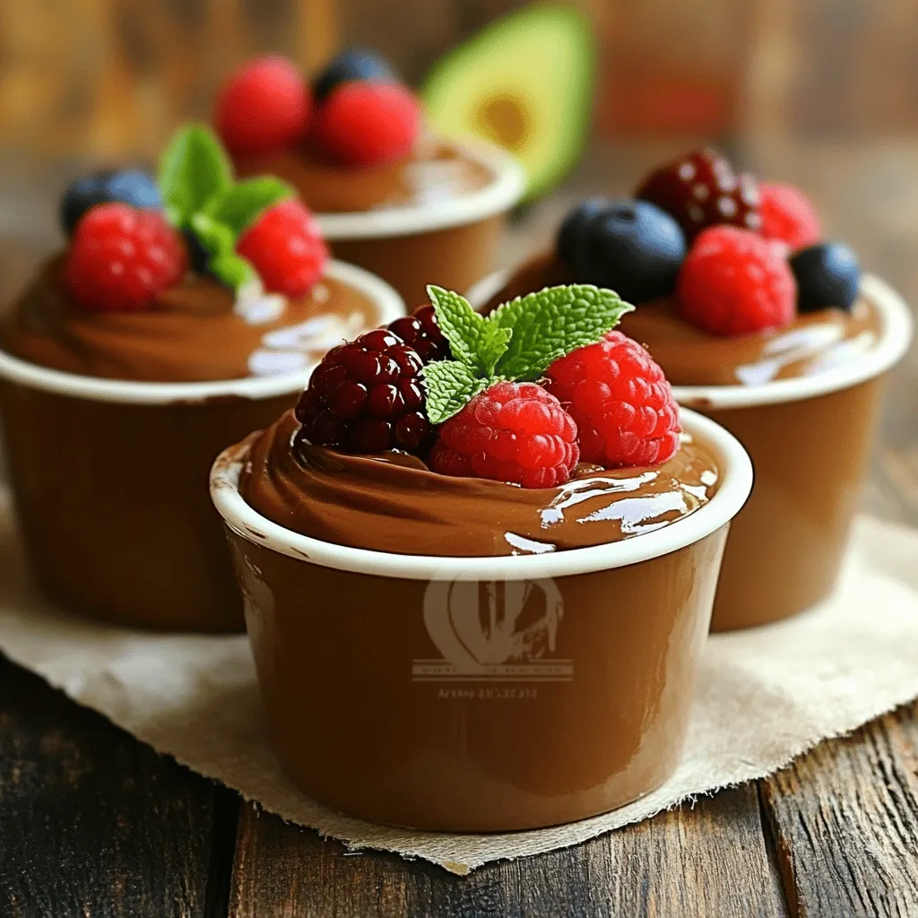 Für die perfekte Schokoladen-Avocado-Mousse brauchst du nur wenige Zutaten. Hier ist, was du brauchst: - 2 reife Avocados, geschält und entkernt - ½ Tasse ungesüßtes Kakaopulver - ½ Tasse Ahornsirup oder Honig - 1 Teelöffel Vanilleextrakt - 1 Prise Meersalz - 3 Esslöffel Mandelmilch (oder eine andere Milch nach Wahl) - Frische Beeren und Minzblätter zur Dekoration Diese Zutaten geben der Mousse ihre cremige Konsistenz und den reichhaltigen Schokoladengeschmack. Die Avocados machen die Mousse besonders gesund und lecker. Die Wahl des Kakaos ist wichtig. Suche nach ungesüßtem Kakaopulver. Es hat einen starken, tiefen Geschmack. Marken wie "Navitas Naturals" oder "Cacao Barry" sind großartig. Für die Süße kannst du Ahornsirup oder Honig verwenden. Ahornsirup ist pflanzlich und hat einen feinen Geschmack. Honig gibt eine warme Note. Achte darauf, dass du reinen Sirup oder Honig ohne Zusatzstoffe wählst. Diese Mousse ist einfach vegan zu machen. Nutze einfach Ahornsirup anstelle von Honig. Für die Milch kannst du jede pflanzliche Milch verwenden, die dir gefällt. Mandelmilch ist eine gute Wahl. Du kannst auch Hafer-, Soja- oder Kokosmilch verwenden. Diese Alternativen machen die Mousse nicht nur vegan, sondern auch köstlich und reichhaltig. Wenn du mehr über die Zubereitung erfahren willst, schau dir das [Full Recipe] an. Zuerst nehme ich zwei reife Avocados. Ich schäle sie und entferne den Kern. Ich achte darauf, dass die Avocados weich sind. Weiche Avocados geben eine bessere Konsistenz. Dann schneide ich sie in Stücke. Diese Stücke kommen direkt in den Mixer. Jetzt füge ich die anderen Zutaten hinzu. Das sind ½ Tasse ungesüßtes Kakaopulver und ½ Tasse Ahornsirup oder Honig. Ich gebe auch einen Teelöffel Vanilleextrakt und eine Prise Meersalz hinzu. Ich mixe alles auf hoher Stufe. Nach ein paar Sekunden ist die Mischung glatt. Wenn nötig, kratze ich die Seiten des Mixbehälters ab. Um die perfekte Konsistenz zu erreichen, füge ich langsam 3 Esslöffel Mandelmilch hinzu. Ich mixe weiter, bis die Mousse cremig ist. Manchmal passe ich die Süße an. Wenn ich mehr Süße möchte, gebe ich einen weiteren Löffel Ahornsirup oder Honig hinzu. Die Mousse kommt dann in kleine Servierschalen. Ich decke sie ab und stelle sie für mindestens eine Stunde in den Kühlschrank. So wird sie fest und die Aromen entfalten sich. Wenn du mehr über die Mousse erfahren möchtest, findest du das vollständige Rezept [hier](#). Ein häufiger Fehler ist, die Avocados nicht reif genug zu verwenden. Sie sollten weich sein, wenn man sanft darauf drückt. Wenn die Avocados hart sind, wird die Mousse nicht cremig. Ein weiterer Fehler ist, die Mousse zu lange zu mixen. Es sollte glatt, aber nicht zu flüssig sein. Prüfen Sie die Konsistenz oft, damit sie perfekt wird. Sie können die Süße ändern, je nach Geschmack. Verwenden Sie mehr oder weniger Ahornsirup oder Honig. Für einen intensiveren Schokoladengeschmack können Sie mehr Kakaopulver hinzufügen. Wenn Sie es fruchtiger mögen, probieren Sie eine Banane im Mix. Das gibt eine interessante Note und macht die Mousse noch cremiger. Die Präsentation macht einen großen Unterschied. Nutzen Sie frische Beeren und Minzblätter zur Dekoration. Legen Sie die Beeren kunstvoll um die Mousse. Ein Minzblatt oben drauf sorgt für frische Farben. Ein schöner Teller oder eine Schale kann das Gericht noch ansprechender machen. Achten Sie darauf, die Mousse in kühlen Schalen zu servieren. So bleibt sie länger fest und lecker. Für die vollständige Anleitung und das Rezept schauen Sie sich die [Full Recipe] an. {{image_4}} Die vegane Version der Schokoladen-Avocado-Mousse ist einfach und köstlich. Du kannst die Mousse ganz ohne tierische Produkte zubereiten. Benutze statt Honig einfach Agavendicksaft oder einen anderen Pflanzennektar. Diese Süßstoffe passen gut zur Mousse und machen sie süß. Die anderen Zutaten bleiben gleich. Avocados sind eine großartige Basis, da sie viel gesunde Fette und eine cremige Textur bieten. Wenn du Zucker vermeiden möchtest, hast du tolle Alternativen. Du kannst Stevia oder Erythrit verwenden. Diese Süßstoffe haben keine Kalorien und sind gut für die Gesundheit. Achte darauf, die Mengen anzupassen, da sie süßer sind als Zucker. Probier die Mousse, während du sie zubereitest, um die richtige Süße zu finden. Diese Optionen machen die Mousse nicht nur zuckerfrei, sondern auch sehr schmackhaft. Die Schokoladen-Avocado-Mousse ist vielseitig. Du kannst verschiedene Aromen ausprobieren. Füge einen Esslöffel Erdnussbutter hinzu, um einen nussigen Geschmack zu bekommen. Oder probiere etwas Kaffeepulver für einen schokoladigen Kaffeegeschmack. Du kannst auch Gewürze wie Zimt oder Chili hinzufügen, um die Mousse aufregender zu machen. Experimentiere mit verschiedenen Zutaten, um deine perfekte Mischung zu finden. Diese Variationen machen das Rezept noch interessanter. Du findest die vollständige Anleitung im Full Recipe. Schokoladen-Avocado-Mousse muss kühl gelagert werden. Ich empfehle, sie in einem luftdichten Behälter im Kühlschrank aufzubewahren. So bleibt die Mousse frisch und lecker. Normalerweise hält sie sich bis zu drei Tage. Nach diesem Zeitraum kann die Textur leiden. Wenn du die Mousse länger genießen möchtest, ist das Einfrieren eine gute Option. Um die Mousse einzufrieren, fülle sie in geeignete, gefrierfeste Behälter. Achte darauf, Platz oben zu lassen, da die Mousse beim Gefrieren etwas expandiert. Du kannst die Mousse auch in Portionen einfrieren. So kannst du immer eine kleine Menge genießen. Mousse kann bis zu drei Monate im Gefrierfach bleiben. Vergiss nicht, die Behälter zu beschriften! Um die Mousse aufzutauen, stelle sie über Nacht in den Kühlschrank. So bleibt die Konsistenz gleichmäßig. Vermeide es, die Mousse bei Raumtemperatur auftauen zu lassen, da sie sonst wässrig wird. Wenn du die Mousse gleich genießen möchtest, kannst du sie auch kurz in die Mikrowelle stellen. Achte darauf, sie nur in kurzen Abständen zu erwärmen, damit sie nicht schmilzt. Ja, Schokoladen-Avocado-Mousse ist gesund. Avocados sind reich an gesunden Fetten. Diese Fette helfen deinem Herz. Sie enthalten auch Ballaststoffe, Vitamine und Mineralien. Kakaopulver liefert Antioxidantien, die gut für deine Haut sind. Außerdem ist die Mousse frei von raffiniertem Zucker, wenn du Ahornsirup oder Honig verwendest. Diese Zutaten sind natürliche Süßstoffe. So bleibt die Mousse nahrhaft und lecker. Ja, du kannst andere Süßstoffe verwenden. Stevia, Kokosblütenzucker oder Agavendicksaft sind gute Optionen. Achte darauf, die Menge anzupassen. Jeder Süßstoff hat eine andere Süßkraft. Du kannst auch Erythrit verwenden, wenn du eine zuckerfreie Variante möchtest. Teste die Mousse, um die perfekte Süße zu finden. Die Mousse sollte mindestens eine Stunde im Kühlschrank stehen. So wird sie fest und die Aromen vermischen sich gut. Du kannst sie auch länger kühl stellen, wenn du mehr Zeit hast. Die Mousse bleibt bis zu drei Tage frisch im Kühlschrank. Achte darauf, sie gut abzudecken. So bleibt sie cremig und lecker. Für die vollständige Rezeptanleitung sieh dir das Full Recipe an. Diese Schokoladen-Avocado-Mousse ist einfach und voller Geschmack. Ich habe die besten Zutaten und Alternativen vorgestellt. Die Schritt-für-Schritt-Anleitung macht die Zubereitung leicht. Tipps helfen, Fehler zu vermeiden und die Mousse perfekt zu gestalten. Du kannst auch viele Varianten und Anpassungen ausprobieren. Denke daran, die Mousse kühl zu lagern oder einzufrieren. Probiere die Rezepte aus und genieße die gesunde Leckerei!