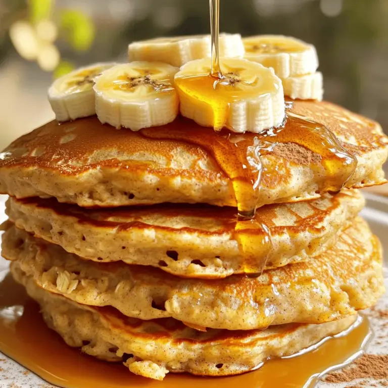 Um die perfekten Bananen-Haferflocken-Pfannkuchen zu machen, brauchst du einige Hauptzutaten. Diese Zutaten sorgen für den tollen Geschmack und die richtige Textur. Hier ist die Liste: - 1 Tasse Haferflocken (gerollt) - 1 reife Banane (zerdrückt) - 1 Tasse Milch (tierisch oder pflanzlich) - 1 Teelöffel Backpulver - 1/2 Teelöffel Zimt - 1/4 Teelöffel Salz - 1 Ei (oder 1/4 Tasse ungesüßtes Apfelmus für eine vegane Option) - 1 Esslöffel Honig oder Ahornsirup (optional) - 1 Esslöffel Kokosöl oder Butter (zum Braten) Diese Zutaten sind einfach zu finden. Du kannst sie beim nächsten Einkauf leicht besorgen. Die Wahl der Milch und des Eies kann deinen Pfannkuchen einen neuen Twist geben. Du kannst normale Kuhmilch verwenden oder pflanzliche Optionen wie Mandel- oder Hafermilch ausprobieren. Jedes Milchprodukt bringt einen anderen Geschmack. Für das Ei kannst du auch ungesüßtes Apfelmus nehmen. Das macht die Pfannkuchen vegan und gesund. Wenn du mehr Geschmack möchtest, kannst du einige zusätzliche Zutaten hinzufügen. Hier sind ein paar Ideen: - Eine Prise Muskatnuss für einen warmen Geschmack - Eine Handvoll Blaubeeren oder Himbeeren für fruchtige Frische - Chiasamen oder Leinsamen für mehr Nährstoffe - Schokoladenstückchen für eine süße Note Diese Zutaten machen deine Bananen-Haferflocken-Pfannkuchen noch besser. Du kannst kreativ sein und die Mischung anpassen. So wird jedes Mal etwas Neues daraus. Zuerst nimmst du eine Tasse Haferflocken. Gib sie in einen Mixer oder eine Küchenmaschine. Mixe sie, bis sie wie Mehl aussehen. Diese Haferflocken bilden die Basis für unsere Pfannkuchen. Sie geben eine tolle Textur und sind nahrhaft. In einer großen Schüssel vermischst du das Hafermehl mit einem Teelöffel Backpulver, einem halben Teelöffel Zimt und einem viertel Teelöffel Salz. Diese trockenen Zutaten geben den Pfannkuchen den richtigen Geschmack. Der Zimt bringt eine süße Note, die perfekt zu Bananen passt. Jetzt kommt der spaßige Teil. In einer anderen Schüssel zerdrückst du eine reife Banane. Füge eine Tasse Milch hinzu. Du kannst tierische oder pflanzliche Milch verwenden. Gib dann ein Ei oder, wenn du es vegan magst, ein Viertel Tasse Apfelmus dazu. Wenn du magst, füge einen Esslöffel Honig oder Ahornsirup hinzu, um es süßer zu machen. Mische alles gut. Erhitze eine beschichtete Pfanne bei mittlerer Hitze. Füge einen Esslöffel Kokosöl oder Butter dazu. Gieße für jeden Pfannkuchen etwa 1/4 Tasse des Teigs in die Pfanne. Warte, bis Blasen auf der Oberfläche erscheinen. Dann wende den Pfannkuchen und brate ihn 2-3 Minuten goldbraun. Wiederhole diesen Schritt, bis der gesamte Teig aufgebraucht ist. Lass die Pfannkuchen warm werden. Staple sie auf einem Teller. Dekoriere sie mit frischen Bananenscheiben, Beeren, Nüssen oder einem Schuss Ahornsirup. So sehen sie nicht nur gut aus, sondern schmecken auch himmlisch. Diese Pfannkuchen sind eine großartige Wahl für ein schnelles Frühstück. Wenn du mehr Details benötigst, schau dir das Full Recipe an. Lass den Teig für etwa 5 Minuten ruhen. Das hilft den Haferflocken, die Flüssigkeit aufzunehmen. Dadurch werden die Pfannkuchen weicher und fluffiger. Wenn du den Teig ruhen lässt, verbinden sich die Zutaten besser. So entsteht eine gleichmäßige Konsistenz. Erhitze deine Pfanne auf mittlerer Hitze. Zu heiß, und die Pfannkuchen brennen an. Zu kalt, und sie werden nicht goldbraun. Gieße etwa 1/4 Tasse Teig in die Pfanne. Warte, bis sich Blasen bilden, bevor du sie wendest. Brate die andere Seite ebenfalls goldbraun. So bekommst du schöne, gleichmäßige Pfannkuchen. Ein häufiger Fehler ist, den Teig zu stark zu rühren. Rühre nur, bis alles gerade vermischt ist. Zu viel Rühren macht die Pfannkuchen zäh. Ein weiterer Fehler ist, die Pfanne nicht ausreichend einzufetten. Dies kann dazu führen, dass die Pfannkuchen anhaften. Denke daran, nach jeder Charge etwas Öl oder Butter hinzuzufügen. So bleiben sie perfekt in Form. {{image_4}} Um vegane Bananen-Haferflocken-Pfannkuchen zu machen, benutze einfach Apfelmus statt Ei. Apfelmus bindet gut und gibt den Pfannkuchen Feuchtigkeit. Du kannst auch pflanzliche Milch wie Mandel- oder Hafermilch verwenden. Diese Optionen machen deine Pfannkuchen lecker und ganz ohne Tierprodukte. Eine einfache Art, deine Pfannkuchen zu verbessern, ist, Schokoladenstückchen oder Nüsse hinzuzufügen. Füge etwa 1/2 Tasse deiner Wahl hinzu, nachdem du die feuchten und trockenen Zutaten gemischt hast. Schokoladenstückchen bringen Süße, während Nüsse für einen knusprigen Biss sorgen. Walnüsse oder Mandeln passen besonders gut. Du kannst auch andere Früchte verwenden, um die Pfannkuchen zu variieren. Probiere Heidelbeeren, Himbeeren oder geschnittene Äpfel. Füge die Früchte gleich in den Teig oder als Topping hinzu. Das bringt nicht nur Geschmack, sondern auch Farbe auf deinen Teller. Mixe verschiedene Früchte für noch mehr Vielfalt. Wenn du Pfannkuchen übrig hast, lass sie zuerst auf Raumtemperatur abkühlen. Lege sie dann in einen luftdichten Behälter. Du kannst auch Backpapier zwischen die Pfannkuchen legen. So kleben sie nicht zusammen. Um die Pfannkuchen wieder warm zu machen, gibt es mehrere einfache Methoden. Du kannst sie in der Mikrowelle für 20-30 Sekunden aufwärmen. Oder lege sie in eine Pfanne bei niedriger Hitze. Wende sie nach ein paar Minuten. So bleiben sie weich und lecker. Im Kühlschrank halten sich die Pfannkuchen etwa 3-4 Tage. Wenn du sie länger aufbewahren möchtest, friere sie ein. Im Gefrierfach bleiben sie bis zu 3 Monate frisch. Achte darauf, sie gut zu verpacken. So verhindern wir, dass sie Gefrierbrand bekommen. Für das beste Ergebnis, tau die Pfannkuchen im Kühlschrank über Nacht auf, bevor du sie aufwärmst. Für das vollständige Rezept, schau dir die Bananen-Haferflocken-Pfannkuchen 🥞 an! Du kannst den Teig leicht anpassen. Füge Zutaten wie Nüsse, Schokoladenstückchen oder Beeren hinzu. Diese geben den Pfannkuchen mehr Geschmack und eine schöne Textur. Wenn du mehr Süße magst, probiere zusätzlich Honig oder Sirup. Für eine cremigere Konsistenz kannst du griechischen Joghurt in den Teig mischen. Denke daran, die Menge der anderen Flüssigkeiten leicht zu reduzieren. Das hält die Balance im Teig. Ja, du kannst die Pfannkuchen im Voraus machen. Bereite sie einfach vor und lass sie abkühlen. Lege sie dann in einen Behälter und stelle sie in den Kühlschrank. Sie bleiben dort für etwa drei Tage frisch. Du kannst die Pfannkuchen auch einfrieren. Lege sie zwischen Backpapier, damit sie nicht zusammenkleben. So hast du immer einen schnellen Snack bereit. Zum Aufwärmen einfach in der Mikrowelle oder in einer Pfanne aufwärmen. Die Beilagen machen die Pfannkuchen noch besser. Probiere frische Bananen oder Beeren für mehr Frische. Ein Spritzer Zitronensaft kann die Süße ausbalancieren. Du kannst auch Nüsse oder Kokosraspeln darauf streuen. Für einen süßen Touch ist Ahornsirup immer eine gute Wahl. Wenn du es herzhaft magst, füge griechischen Joghurt und etwas Honig hinzu. Das gibt den Pfannkuchen eine neue Note und macht sie lecker. Bananen-Haferflocken-Pfannkuchen sind einfach und lecker. Wir haben die Zutaten, die Zubereitung und Tipps durchgenommen. Ich hoffe, die Anleitungen helfen dir, köstliche Pfannkuchen zu machen. Denke daran, kreativ mit Variationen zu sein. Die Lagerung der Reste ist auch wichtig für einen späteren Genuss. Diese Pfannkuchen sind ideal für alle. Genieße dein Frühstück oder Snack!