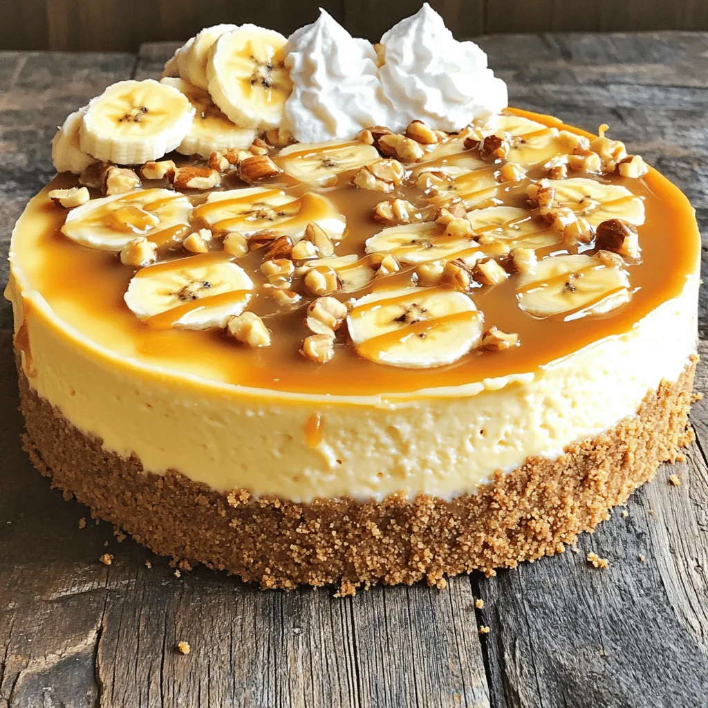 Für diesen leckeren Käsekuchen brauchen wir einige Hauptzutaten. Diese lassen sich leicht finden und sind wichtig für den Geschmack. - 450 g Frischkäse, weich - 4 reife Bananen, zerdrückt - 1 Tasse brauner Zucker - 1 Teelöffel Vanilleextrakt - 3 große Eier - ½ Tasse Sauerrahm - 1 Tasse gehackte gemischte Nüsse (Walnüsse, Pekannüsse oder Mandeln) - ½ Tasse Karamellsauce (gekauft oder selbstgemacht) Die Kruste gibt dem Käsekuchen seinen festen Halt. Sie ist einfach und schnell zuzubereiten. - 1 ½ Tassen Graham-Cracker-Brösel - ½ Tasse ungesalzene Butter, geschmolzen - 2 Esslöffel Zucker Die Füllung macht den Käsekuchen cremig und köstlich. Sie verbindet die Aromen perfekt. Die Füllung besteht hauptsächlich aus dem weichen Frischkäse, den zerdrückten Bananen, dem braunen Zucker und den Eiern. Diese Zutaten sorgen für die perfekte Konsistenz und den süßen Geschmack. Die gehackten Nüsse fügen einen tollen Crunch hinzu, während die Karamellsauce das Ganze abrundet. Wenn du mehr über das Zubereiten erfahren möchtest, schau dir das [Full Recipe] an. Heize deinen Ofen auf 163°C vor. Nimm eine mittelgroße Schüssel. Vermenge die Graham-Cracker-Brösel, die geschmolzene Butter und den Zucker gut. Diese Mischung ist die Kruste. Drücke sie gleichmäßig auf den Boden einer 23 cm großen Springform. Backe die Kruste für 10 Minuten und lasse sie danach abkühlen. In einer großen Rührschüssel schlägst du den weichen Frischkäse und den braunen Zucker. Mische alles gut, bis die Masse glatt ist. Jetzt kommen die zerdrückten Bananen und der Vanilleextrakt dazu. Rühre alles gut durch. Füge die Eier einzeln hinzu. Schlage die Mischung nach jeder Zugabe gründlich. Falten dann den Sauerrahm vorsichtig unter. Schließlich gib die gehackten Nüsse hinzu. Du kannst einige für die Garnitur aufheben. Gieße die Käsekuchenfüllung gleichmäßig über den Krustenboden. Träufle die Karamellsauce darauf. Nutze ein Messer, um die Sauce sanft in die Füllung zu marmorieren. Backe den Käsekuchen 50-60 Minuten. Die Ränder sollten fest sein, aber die Mitte bleibt leicht wackelig. Schalte den Ofen aus und lasse den Käsekuchen eine Stunde lang dort abkühlen. Danach lass ihn auf Raumtemperatur abkühlen. Decke den Kuchen ab und stelle ihn für mindestens 4 Stunden oder über Nacht in den Kühlschrank. So wird der Käsekuchen perfekt fest. Du findest die vollständige Zubereitung im Full Recipe. Die Konsistenz ist wichtig für einen großartigen Käsekuchen. Um die perfekte Textur zu erreichen, verwende immer weichen Frischkäse. Lasse ihn vor der Zubereitung etwa 30 Minuten bei Raumtemperatur stehen. So wird er cremiger. Mische die Zutaten gut, aber vermeide Übermixen. Das kann Luftblasen erzeugen, die beim Backen platzen. Eine hausgemachte Karamellsauce macht den Käsekuchen noch besser. Du benötigst nur Zucker, Sahne und Butter. Erhitze den Zucker in einer Pfanne, bis er schmilzt und goldbraun wird. Füge dann die Butter hinzu und rühre schnell. Gieße die Sahne langsam dazu und rühre weiter. Lass die Sauce abkühlen, bevor du sie auf den Käsekuchen gibst. Diese frische Note hebt den Geschmack. Ein häufiger Fehler ist, den Kuchen zu lange zu backen. Der Käsekuchen sollte in der Mitte leicht wackelig sein. Nach dem Backen lasse ihn im Ofen abkühlen, um Risse zu vermeiden. Achte darauf, die Nüsse nicht zu lange zu rösten, wenn du sie verwendest. Sie sollten knusprig, aber nicht verbrannt sein. Diese kleinen Tipps helfen dir, den besten Bananen-Karamell-Nuss-Käsekuchen zu machen. Probiere auch das [Full Recipe], um alle Schritte zu sehen! {{image_4}} Wenn du eine andere Nussart magst, probiere Mandeln oder Haselnüsse. Diese Nüsse bringen einen neuen Geschmack. Du kannst auch Erdnüsse verwenden, wenn du es salzig-süß magst. Denke daran, die Nüsse leicht zu rösten. So intensivierst du den Geschmack noch mehr. Experimentiere und finde deine Lieblingskombination. Für Schokoladenliebhaber kann man Schokoladenstückchen hinzufügen. Dunkle oder Milchschokolade passen gut zu Bananen und Karamell. Du kannst auch die Karamellsauce durch Schokoladensauce ersetzen. Eine Mischung aus beiden sorgt für ein reichhaltiges Erlebnis. Denke daran, die Süße anzupassen. So bleibt der Käsekuchen nicht zu süß. Wenn du eine glutenfreie Option möchtest, ersetze die Graham-Cracker. Verwende glutenfreie Kekse oder Mandeln. Du kannst auch Haferflocken verwenden, um eine andere Textur zu erhalten. Achte darauf, dass alle Zutaten glutenfrei sind. So kannst du diesen Käsekuchen ohne Sorgen genießen. Es bleibt ein Genuss, egal welche Kruste du wählst. Für das gesamte Rezept, siehe [Full Recipe]. Der Bananen-Karamell-Nuss-Käsekuchen muss richtig gelagert werden, um frisch zu bleiben. Ich empfehle, den Käsekuchen in einem luftdichten Behälter im Kühlschrank aufzubewahren. So bleibt er saftig und die Aromen bleiben erhalten. Wenn Sie keinen Behälter haben, können Sie auch Frischhaltefolie verwenden. Stellen Sie sicher, dass der Käsekuchen gut abgedeckt ist. So vermeiden Sie, dass er Gerüche von anderen Lebensmitteln aufnimmt. Wenn Sie den Käsekuchen länger aufbewahren möchten, können Sie ihn einfrieren. Lassen Sie den Käsekuchen zuerst vollständig abkühlen. Schneiden Sie ihn dann in Stücke. Wickeln Sie jedes Stück in Frischhaltefolie und legen Sie sie in einen gefrierfesten Behälter. So bleibt der Käsekuchen bis zu drei Monate frisch. Zum Auftauen legen Sie die Stücke einfach in den Kühlschrank. Lassen Sie sie dort über Nacht auftauen. Im Kühlschrank hält der Käsekuchen etwa fünf bis sieben Tage. Achten Sie darauf, ihn gut verpackt zu halten, um die Haltbarkeit zu verlängern. Bei längerer Lagerung im Kühlschrank kann der Geschmack nachlassen. Wenn Sie den Käsekuchen eingefroren haben, genießen Sie ihn innerhalb von drei Monaten für den besten Geschmack. Wenn Sie die Schlagsahne und die Bananenscheiben hinzufügen, machen Sie das erst kurz vor dem Servieren, um die Frische zu bewahren. Der Käsekuchen muss mindestens 4 Stunden im Kühlschrank kühlen. So erreicht er die beste Konsistenz. Ich empfehle, ihn über Nacht zu kühlen. Dadurch wird der Geschmack noch besser. Wenn du die Zeit hast, lass ihn länger kühlen. Ja, frische Bananen sind ideal für diesen Käsekuchen. Sie bringen viel Geschmack und Feuchtigkeit. Verwende reife Bananen, da sie süßer sind. Du kannst sie einfach zerdrücken, bevor du sie zur Füllung hinzufügst. Frische Bananen machen den Käsekuchen besonders lecker. Die glutenfreie Option ist möglich. Verwende glutenfreie Graham-Cracker für die Kruste. Achte darauf, dass alle Zutaten, die du verwendest, glutenfrei sind. So kannst du den Käsekuchen auch für glutenintolerante Personen genießen. So bleibt der Geschmack erhalten, ohne den Genuss zu verlieren. Du hast gelernt, was du für den Bananen-Karamell-Nuss-Käsekuchen brauchst. Wir haben die Hauptzutaten, die Kruste und die Füllung besprochen. Die Schritt-für-Schritt-Anleitung hilft dir beim Zubereiten und Backen. Tipps und Tricks geben dir das nötige Wissen, um Fehler zu vermeiden. Du kannst auch Variationen mit anderen Nüssen oder einer glutenfreien Kruste ausprobieren. Achte auf die Lagerung im Kühlschrank und beim Einfrieren. Mit diesen Informationen kannst du leckeren Käsekuchen zaubern, den alle lieben werden. Viel Spaß beim Backen!
