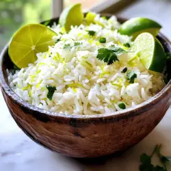- 1 Tasse Jasminreis - 1 Dose (400 ml) Kokosmilch - 1 Tasse Gemüsebrühe oder Wasser Die Hauptzutaten sind der Schlüssel für unser Rezept. Jasminreis hat einen feinen Duft und eine weiche Textur. Kokosmilch bringt die cremige Basis und einen süßen Geschmack. Gemüsebrühe oder Wasser sorgt für die nötige Flüssigkeit beim Kochen. - Abgeriebene Schale einer Limette - 2 Esslöffel Limettensaft - 1 Esslöffel brauner Zucker Die aromatisierenden Zutaten heben den Geschmack hervor. Limettenschale bringt frische Aromen. Limettensaft gibt einen spritzigen Kick. Brauner Zucker fügt eine sanfte Süße hinzu, die gut mit der Kokosmilch harmoniert. - Frischer Koriander, gehackt - Limettenscheiben Die Garnierung macht das Gericht besonders. Frischer Koriander bringt Farbe und einen würzigen Geschmack. Limettenscheiben sind perfekt zum Servieren. Du kannst sie auch direkt über den Reis pressen, um mehr Frische zu genießen. Für die vollständige Zubereitung und weitere Details, schau dir das Rezept [Full Recipe] an. - Spüle den Jasminreis unter kaltem Wasser ab. - Dies entfernt überschüssige Stärke und macht den Reis locker. - Gib den Reis in einen mittleren Kochtopf. - Füge die Kokosmilch, Gemüsebrühe, Limettenschale, braunen Zucker und Salz hinzu. - Rühre alles gut um, bis die Zutaten gleichmäßig verteilt sind. - Bringe die Mischung bei mittlerer bis hoher Hitze zum Kochen. - Achte darauf, dass die Mischung wirklich kocht. - Reduziere die Hitze auf niedrig und decke den Topf ab. - Lass den Reis 15-18 Minuten köcheln, bis er weich ist. - Nimm den Topf vom Herd und lasse ihn 5 Minuten ruhen. - Dies hilft, dass der Reis dampfen kann. - Lockere den Reis vorsichtig mit einer Gabel auf. - Füge den Limettensaft hinzu, um eine fruchtige Frische zu erzeugen. Jetzt kannst du deinen Kokos-Limetten-Reis genießen! Für das vollständige Rezept, schau dir [Full Recipe] an. - Temperaturkontrolle: Halte die Hitze beim Kochen im Auge. Zu hohe Hitze kann den Reis anbrennen. Beginne mit mittlerer Hitze, um die Mischung zum Kochen zu bringen. Reduziere die Hitze dann auf niedrig. So bleibt der Reis gleichmäßig gar und weich. - Deckel während des Kochens: Lasse den Deckel während des Kochens auf dem Topf. Dies hilft, den Dampf zu halten. Der Dampf kocht den Reis perfekt und macht ihn locker. Nimm den Deckel erst nach der Kochzeit ab. - Salz und Limettensaft abschmecken: Nach dem Kochen ist es wichtig, den Geschmack zu prüfen. Füge nach Belieben mehr Salz oder Limettensaft hinzu. So schmeckt der Reis frisch und spritzig. - Weitere Geschmacksträger hinzufügen: Probiere, andere Zutaten wie Ingwer oder Chili hinzuzufügen. Diese können dem Reis noch mehr Tiefe geben. Achte darauf, die Aromen sanft zu kombinieren. - Anrichten und Garnieren: Serviere den Reis in einer schönen Schüssel. Streue frisch gehackten Koriander darüber. Füge Limettenscheiben daneben hinzu. Dies gibt dem Gericht eine frische Note und sieht toll aus. - Fototipps für soziale Medien: Achte auf gutes Licht, wenn du Fotos machst. Natürliches Licht macht das Gericht lebendiger. Halte die Kamera stabil und mache mehrere Aufnahmen aus verschiedenen Winkeln. So kannst du das beste Bild teilen. {{image_4}} Für vegane Varianten von Kokos Lime Rice kannst du die Brühe anpassen. Nutze Gemüsebrühe. Sie verleiht dem Reis einen tollen Geschmack. Alternativ kannst du auch Wasser verwenden. Diese Optionen sind einfach und lecker. Zusätzlich kannst du verschiedene Gemüsearten hinzufügen. Erbsen, Paprika oder Karotten passen gut. Sie machen den Reis bunter und gesünder. Kräuter und Gewürze bringen neuen Schwung. Frischer Koriander ist eine tolle Ergänzung. Er gibt dem Gericht Frische. Du kannst auch Minze oder Basilikum probieren. Diese Kräuter sorgen für spannende Geschmäcker. Nussige Ergänzungen wie geröstete Mandeln oder Cashews sind ebenfalls empfehlenswert. Sie geben dem Reis einen tollen Crunch. Du kannst auch verschiedene Reisarten wählen. Basmati- oder Wildreis bringen eigene Aromen mit. Sie sind leicht und aromatisch. Quinoa ist eine gesunde Alternative. Er hat viel Protein und ist glutenfrei. Probiere die verschiedenen Varianten aus. So findest du deine Lieblingskombination. Das Rezept ist flexibel und macht Spaß zu variieren. Für die vollständige Anleitung schaue dir das [Full Recipe] an. Kokos-Limetten-Reis ist einfach zu lagern. Du kannst ihn im Kühlschrank oder im Gefrierfach aufbewahren. - Kühlschranklagerung: Stelle den Reis in einen luftdichten Behälter. So bleibt er frisch. Im Kühlschrank hält er sich gut für 3 bis 4 Tage. - Gefrieroptionen: Für eine längere Lagerung kannst du den Reis einfrieren. Verwende einen gefrierfesten Beutel oder Behälter. Er bleibt bis zu 2 Monate gut. Wie lange bleibt der Reis frisch? Hier sind die Antworten: - Maximale Lagertage im Kühlschrank: Der Reis sollte 3 bis 4 Tage frisch bleiben. Danach kann der Geschmack leiden. - Anzeichen für Verderb: Achte auf einen unangenehmen Geruch oder eine veränderte Farbe. Wenn der Reis klebrig oder matschig wird, wirf ihn weg. Wie erwärmst du den Reis am besten? Hier sind einige Tipps: - Beste Methoden zum Wiedererwärmen: Du kannst den Reis in der Mikrowelle erwärmen. Füge einen Esslöffel Wasser hinzu, um Feuchtigkeit zu spenden. Decke den Behälter ab und erhitze ihn in kurzen Intervallen. - Vermeidung von trockenem Reis: Um trockenen Reis zu vermeiden, füge immer etwas Flüssigkeit hinzu. So bleibt der Reis weich und lecker. Die Zubereitung von Kokos-Limetten-Reis ist schnell und einfach. Du benötigst etwa 10 Minuten für die Vorbereitung. Die Kochzeit beträgt 15 bis 18 Minuten. Insgesamt sind es also rund 35 Minuten, bis dein duftender Reis fertig ist. Ja, du kannst die Zutaten ganz nach deinem Geschmack anpassen. Wenn du keinen Jasminreis hast, probiere Basmati-Reis aus. Du kannst auch die Kokosmilch durch Mandelmilch ersetzen, um einen anderen Geschmack zu bekommen. Außerdem kannst du den braunen Zucker weglassen oder durch Honig ersetzen. Kokos-Limetten-Reis passt toll zu vielen Gerichten. Er ist ideal zu gegrilltem Hähnchen oder Fisch. Du kannst ihn auch mit Gemüse-Curry servieren. Salate mit frischen Kräutern ergänzen den Reis perfekt. Kokos-Limetten-Reis hat seine Wurzeln in der thailändischen Küche. Die Kombination aus Kokos und Limette ist dort sehr beliebt. Diese Aromen spiegeln die tropische Natur Thailands wider und bringen Freude in jedes Gericht. Ja, Kokos-Limetten-Reis hat einige gesundheitliche Vorteile. Jasminreis gibt dir Energie, während Kokosmilch gesunde Fette enthält. Limette bringt Vitamin C und fördert die Verdauung. Der Reis ist also nicht nur lecker, sondern auch nahrhaft. Kokos-Limetten-Reis ist einfach und lecker. Du hast nun die Hauptzutaten kennengelernt, sowie die Zubereitungsschritte und hilfreiche Tipps. Spiele mit den Aromen und probiere verschiedene Variationen. Lagere Reste gut und wärme sie richtig auf. Ganz gleich, ob du ein schnelles Essen suchst oder Gäste beeindrucken willst, dieses Rezept ist vielseitig. Nutze das Wissen und genieße deinen Kokos-Limetten-Reis. Kochen macht Spaß und schmeckt besser mit frischen Zutaten!