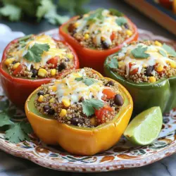 - 4 große Paprikaschoten (jede Farbe) - 1 Tasse Quinoa, gut abgespült - 2 Tassen Gemüsebrühe - 1 Dose (425 g) schwarze Bohnen, abgetropft und abgespült - 1 Tasse Maiskörner (frisch oder gefroren) - 1 mittelgroße Zwiebel, gewürfelt - 2 Knoblauchzehen, fein gehackt - Gewürze: Kreuzkümmel, geräuchertes Paprikapulver und Chilipulver - ½ Tasse geriebener Käse (optional, zum Bestreuen) - Frischer Koriander, gehackt zum Garnieren Die Auswahl der Zutaten ist entscheidend für den Geschmack der gefüllten Paprika. Ich empfehle, frische Paprikaschoten zu wählen. Jede Farbe bringt ihren eigenen Charme. Rot, gelb oder grün, jede hat ihren speziellen Geschmack. Quinoa ist eine hervorragende Grundlage. Sie ist nahrhaft und hat eine tolle Textur. Die schwarzen Bohnen geben zusätzlich Protein und Ballaststoffe. Mais bringt Süße und eine schöne Farbe. Zwiebeln und Knoblauch fügen Aroma hinzu. Gewürze wie Kreuzkümmel und Paprika verleihen der Mischung Tiefe und Charakter. Wenn Sie Käse mögen, fügen Sie ihn hinzu. Er schmilzt und macht das Gericht noch reichhaltiger. Der frische Koriander sorgt für eine frische Note. Probieren Sie die Kombination aus, um Ihre perfekte Füllung zu finden. - Mische in einem Topf Quinoa und Gemüsebrühe. - Koche die Mischung auf hoher Hitze. - Reduziere die Hitze und decke den Topf ab. - Lass die Quinoa 15 Minuten köcheln, bis sie fluffig ist. - Schneide den oberen Teil der Paprikaschoten ab. - Entferne die Samen und Membranen. - Stelle die Paprikaschoten aufrecht in eine Auflaufform. - Erhitze einen Schuss Olivenöl in einer Pfanne. - Füge die gewürfelte Zwiebel hinzu und sautier sie 3-4 Minuten. - Gib den gehackten Knoblauch dazu und brate ihn eine weitere Minute. - Mische die gekochte Quinoa mit schwarzen Bohnen, Mais und gewürfelten Tomaten. - Füge Kreuzkümmel, geräuchertes Paprikapulver, Chilipulver, Salz und Pfeffer hinzu. - Vermenge alles gut und wärme es durch. - Fülle jede Paprikaschote mit der Quinoa-Mischung. - Streue nach Belieben geriebenen Käse darüber. - Decke die Auflaufform mit Aluminiumfolie ab. - Backe die Paprika 25 Minuten bei 190°C. - Entferne die Folie und backe weitere 10 Minuten. - Lass die gefüllten Paprika kurz abkühlen, bevor du sie servierst. Um Quinoa richtig zuzubereiten, spüle die Körner zuerst gründlich ab. Dies entfernt Bitterstoffe. Verwende ein Verhältnis von 1 Tasse Quinoa zu 2 Tassen Gemüsebrühe. Dies sorgt für einen perfekten, lockeren Biss. Wähle frische Paprikaschoten. Achte darauf, dass sie fest und glänzend sind. Schneide die Oberseiten gleichmäßig ab. Entferne die Samen und Membranen. So lässt sich die Paprika leichter füllen. Du kannst die Füllung ganz nach deinem Geschmack anpassen. Füge zusätzliches Gemüse oder Proteine wie Hülsenfrüchte hinzu. Experimentiere mit verschiedenen Gewürzen, um deinen eigenen Geschmack zu finden. So wird jedes Gericht einzigartig und lecker. {{image_4}} Eine vegane Füllung ist einfach. Lassen Sie den Käse weg. So bleibt das Gericht leicht und gesund. Kichererbsen sind eine tolle Wahl. Sie geben der Füllung mehr Textur und Protein. Sie können auch Linsen oder schwarze Bohnen nutzen. Diese Hülsenfrüchte sind nahrhaft und lecker. Sie passen gut zu Quinoa. Wenn Sie Fleisch mögen, probieren Sie Hackfleisch oder Hühnchen. Diese Optionen geben dem Gericht mehr Geschmack. Mischen Sie das Fleisch mit der Quinoa. So erhalten Sie eine proteinreiche Füllung. Sie können auch eine Mischung aus Quinoa und Hackfleisch machen. Das macht die Paprika sättigend und herzhaft. Die Gewürze machen den Unterschied. Experimentieren Sie mit frischen Kräutern wie Basilikum oder Oregano. Diese Kräuter bringen frische Aromen. Für eine schärfere Variante fügen Sie Chiliflocken oder Cayennepfeffer hinzu. So wird das Gericht spannend und würzig. Spielen Sie mit den Gewürzen, um Ihren eigenen Geschmack zu finden. Wenn du gefüllte Paprika hast, kannst du sie ganz einfach aufbewahren. Kühlung ist wichtig. Lagere die gefüllten Paprika in einem luftdichten Behälter. So bleiben sie frisch. Du kannst sie bis zu 3 Tage im Kühlschrank aufbewahren. Wenn du die Haltbarkeit verlängern möchtest, friere die gefüllten Paprika portionsweise ein. Das ist eine tolle Möglichkeit, um Reste zu nutzen. Wenn du die gefüllten Paprika wieder aufwärmen möchtest, gibt es zwei einfache Methoden. In der Mikrowelle kannst du die Paprika in kurzen Intervallen erhitzen. So bekommst du eine gleichmäßige Wärme. Alternativ kannst du die Paprika im Ofen aufwärmen. Stelle den Ofen auf 180°C (350°F) ein und erhitze sie, bis sie vollständig warm sind. Das sorgt dafür, dass die Füllung nicht austrocknet. Die Zubereitungszeit beträgt 15 Minuten. Die Gesamtzeit ist 50 Minuten. Das ist schnell und einfach. So bleibt mehr Zeit, das Essen zu genießen. Ja, du kannst verschiedene Gemüse verwenden. Zucchini, Karotten oder Spinat sind tolle Optionen. Diese Gemüse bringen mehr Geschmack und Farbe in die Füllung. Reis, Salat oder Brot sind perfekte Begleiter. Sie ergänzen die gefüllten Paprika gut. Du kannst auch einen frischen Joghurt-Dip dazu anbieten. Ja! Es ist sehr nahrhaft. Die Mischung aus Gemüse, Quinoa und Hülsenfrüchten liefert wichtige Nährstoffe. Du bekommst Proteine, Ballaststoffe und Vitamine in jeder Portion. Das vollständige Rezept für herzhaft gefüllte Quinoa-Paprika finden Sie oben. Es bietet dir alle Schritte, um das Gericht zuzubereiten. Gefüllte Paprika sind lecker und gesund. Wir haben die Hauptzutaten und die Zubereitung besprochen. Quinoa und Gemüse liefern viele Nährstoffe. Sie können das Rezept auch anpassen und nach Ihrem Geschmack variieren. Reste lassen sich gut lagern und aufwärmen. Probieren Sie verschiedene Kombinationen aus. So finden Sie die perfekte Mischung für Ihren Tisch. Kochen Sie mit Freude und genießen Sie Ihre gefüllten Paprika!