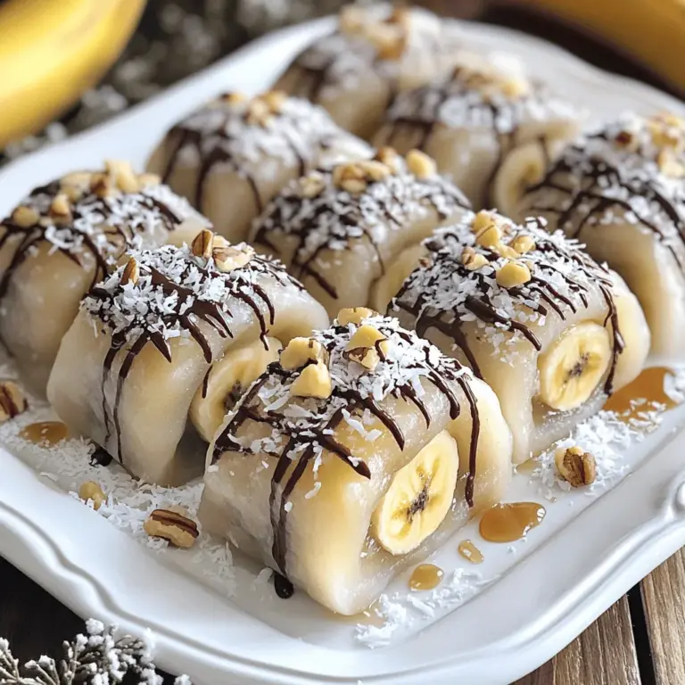 Für die Bananen-Mochi-Rollen brauchst du: - 1 Tasse süßes Reismehl (Mochi-Mehl) - 1/4 Tasse Zucker - 1/2 Tasse Wasser - 1/4 Teelöffel Salz - 2 reife Bananen, in Scheiben geschnitten - 1/4 Tasse ungesüßte Kokosraspeln - 1/4 Tasse gehackte Nüsse (z. B. Mandeln oder Walnüsse) - Maisstärke oder Kartoffelstärke (zum Bemehlen) - Schokoladensirup oder Honig (zum Beträufeln) Diese Zutaten geben den Rollen ihren tollen Geschmack und die perfekte Textur. Das süße Reismehl ist der Hauptbestandteil. Es macht den Mochi weich und dehnbar. Die Bananen sorgen für Süße und Frische. Du kannst die Bananen-Mochi-Rollen leicht abwandeln. Hier sind einige Ideen: - Füge Erdnussbutter hinzu für einen nussigen Geschmack. - Verwende verschiedene Früchte wie Erdbeeren oder Mangos. - Probiere verschiedene Nüsse oder Samen für einen Crunch. - Experimentiere mit verschiedenen Süßungsmitteln, wie Agavensirup. Diese Variationen machen das Rezept spannend. Du kannst die Rollen immer wieder neu erfinden. Wenn du die besten Zutaten wählst, wird dein Mochi noch besser: - Achte auf frische, reife Bananen. Sie geben mehr Geschmack. - Wähle ungesüßtes Reismehl, um den Zuckergehalt zu kontrollieren. - Kaufe hochwertige Nüsse für den besten Crunch. - Verwende frische Kokosraspeln für mehr Aroma. Mit diesen Tipps kannst du sicherstellen, dass deine Bananen-Mochi-Rollen lecker werden. Wenn du das Rezept befolgst, wirst du eine einfache und leckere Süßigkeit genießen. Du kannst das [Full Recipe] für detaillierte Schritte und Anleitungen nutzen. Um die perfekte Mochi-Basis zu erstellen, benötigst du reines süßes Reismehl. Mische es mit Zucker und Salz in einer mikrowellengeeigneten Schüssel. Füge dann langsam Wasser hinzu und rühre kräftig, bis der Teig glatt ist. Decke die Schüssel mit Folie ab. Erhitze die Mischung in der Mikrowelle für 1 Minute. Rühre um und erhitze sie dann für 1-2 Minuten weiter, bis sie klebrig ist. Während der Teig abkühlt, schneide deine reifen Bananen in dünne Scheiben. Lege die Bananen auf ein Brett. Bestäube die Bananen mit Kokosraspeln und gehackten Nüssen für mehr Geschmack. Diese Füllung wird deine Mochi-Rollen zum Leben erwecken. Wenn der Teig kühl genug ist, knete ihn etwa 1 Minute. Rolle ihn dann zu einem Rechteck aus, etwa 0,5 cm dick. Schneide den Teig in Streifen, die ca. 10 cm breit sind. Lege die vorbereitete Bananenfüllung auf einen Rand jedes Streifens. Rolle den Teig vorsichtig über die Füllung. Achte darauf, alles gut einzuwickeln. Schneide die Rollen in mundgerechte Stücke. Beträufle sie zum Schluss mit Schokoladensirup oder Honig. Für das vollständige Rezept, siehe [Full Recipe]. Ein häufiger Fehler ist, zu viel Wasser hinzuzufügen. Achte darauf, dass der Teig nicht zu flüssig wird. Wenn der Teig zu klebrig ist, kann das die Formung der Rollen schwierig machen. Vermeide es, den Mochi zu lange in der Mikrowelle zu lassen. Er sollte fest, aber noch leicht klebrig sein. Wenn du ihn überkochst, wird er gummiartig. Um zu verhindern, dass der Mochi klebt, bestäube deine Arbeitsfläche gut mit Maisstärke oder Kartoffelstärke. Du kannst auch deine Hände mit Stärke bestäuben, bevor du den Teig anfasst. Das hilft, die Rollen glatt zu formen. Wenn der Teig beim Ausrollen zu klebrig ist, gib einfach mehr Stärke hinzu. Das macht die Arbeit viel einfacher. Die richtige Konsistenz ist der Schlüssel. Der Teig sollte weich und elastisch sein, aber nicht zu flüssig. Mische die trockenen Zutaten gut, bevor du das Wasser hinzufügst. Rühre kräftig, bis keine Klumpen mehr vorhanden sind. Wenn du das Gefühl hast, dass der Teig zu dick ist, füge kleine Mengen Wasser hinzu. So erreichst du die beste Textur für deine Bananen-Mochi-Rollen. {{image_4}} Ich liebe es, mit Füllungen zu spielen! Neben Bananen kannst du auch Erdbeeren, Mangos oder sogar Ananas verwenden. Schneide die Früchte in kleine Stücke. Lege sie dann in den Mochi-Teig und rolle ihn wie gewohnt. Du kannst auch Joghurt oder Vanillepudding als Füllung nehmen. Das gibt der Süßigkeit einen tollen Geschmack! Wenn du glutenfrei kochen möchtest, bleibt das Rezept einfach! Verwende immer süßes Reismehl, denn es ist von Natur aus glutenfrei. Du kannst auch andere glutenfreie Mehle ausprobieren, wie Mandelmehl. Achte darauf, dass alle Zutaten, die du verwendest, glutenfrei sind. So kannst du alle genießen! Für einen schokoladigen Kick gebe Kakaopulver zum Teig. Das macht den Mochi noch leckerer! Du kannst auch Fruchtsirup oder Aromaextrakte wie Vanille oder Mandel hinzufügen. Diese Aromen machen deine Bananen-Mochi-Rollen besonders. Sei kreativ und finde deine Lieblingskombination! Wenn du mehr über die Zubereitung erfahren möchtest, schau dir das [Full Recipe] an. Um die Bananen-Mochi-Rollen frisch zu halten, lege sie in einen luftdichten Behälter. Verwende Backpapier, um die Rollen zwischen den Schichten zu trennen. So bleiben sie nicht aneinander kleben. Lagere den Behälter an einem kühlen, trockenen Ort. Wenn du sie länger aufbewahren möchtest, ist der Kühlschrank die beste Wahl. Im Kühlschrank bleiben die Mochi-Rollen etwa drei bis fünf Tage frisch. Achte darauf, sie gut verpackt zu halten. Im Gefrierfach kannst du sie bis zu drei Monate lagern. Stelle sicher, dass sie in einem gefriergeeigneten Behälter sind, um Gefrierbrand zu vermeiden. Wenn du sie auftauen möchtest, lasse sie einfach bei Raumtemperatur stehen. Wenn du die Mochi-Rollen aufwärmen möchtest, benutze die Mikrowelle. Erhitze sie für 10-15 Sekunden, bis sie warm sind. Achte darauf, dass sie nicht zu lange erhitzt werden, damit sie nicht hart werden. Serviere sie mit etwas Schokoladensirup oder Honig. So bekommst du einen leckeren Geschmackskick. Um Bananen-Mochi-Rollen vegan zu machen, ersetze den Zucker durch Agavendicksaft oder Kokosblütenzucker. Du kannst auch pflanzliche Milch anstelle von Wasser verwenden. Achte darauf, dass die Kokosraspeln ungesüßt sind. So bleibt das Rezept vegan und lecker. Die besten Zutaten für Bananen-Mochi-Rollen findest du in asiatischen Lebensmittelgeschäften. Dort gibt es frisches Mochi-Mehl und ungesüßte Kokosraspeln. Du kannst auch Online-Shops wie Amazon oder lokale Bioläden ausprobieren. Diese bieten oft hochwertige Produkte an, die deine Mochi-Rollen noch besser machen. Neben Bananen kannst du auch Erdbeeren, Mango oder Kiwi verwenden. Diese Früchte bringen frische Aromen. Du kannst sogar gefrorene Früchte nutzen, wenn frische nicht verfügbar sind. Experimentiere mit verschiedenen Kombinationen! Das macht das Kochen spannend und lecker. Bananen-Mochi-Rollen sind einfach zuzubereiten und sehr vielseitig. Wir haben die besten Zutaten und Tipps besprochen. Die Schritt-für-Schritt-Anleitung hilft dir, tolle Ergebnisse zu erzielen. Achte auf häufige Fehler und die Konsistenz des Teigs. Variationen erweitern deine Möglichkeiten. Mit den richtigen Aufbewahrungshinweisen bleiben deine Mochi frisch. Lege jetzt los und genieße deinen kreativen Kochspaß!