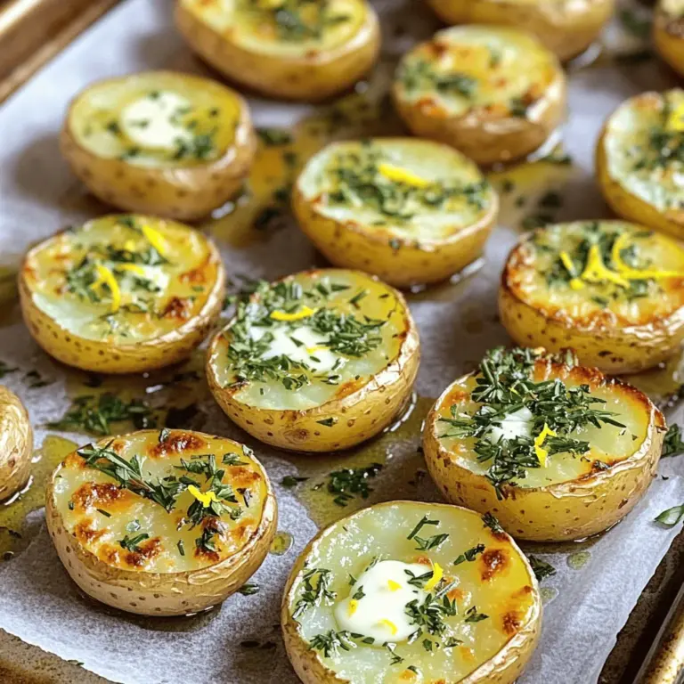 Für meine Knoblauch Butter Kräuter Kartoffeln, brauchen Sie: - 680 g Baby-Kartoffeln, halbiert - 4 Esslöffel ungesalzene Butter - 4 Knoblauchzehen, fein gehackt - 2 Esslöffel frische Petersilie, gehackt - 2 Teelöffel frischer Rosmarin, gehackt - 1 Teelöffel frischer Thymian, gehackt - Salz und Pfeffer nach Geschmack - Abrieb von 1 Zitrone - 1 Esslöffel Zitronensaft Diese Zutaten bringen einen frischen und leckeren Geschmack in Ihr Gericht. Die Kräuter sind wichtig. Sie geben den Kartoffeln Tiefe. Petersilie bringt Farbe und Frische. Rosmarin hat einen starken, erdigen Geschmack. Thymian fügt eine subtile Note hinzu. Die Zitrone sorgt für einen tollen frischen Kick. Ein bisschen Salz und Pfeffer rundet alles ab. Für die Zubereitung brauchen Sie: - Einen großen Topf für das Wasser - Ein Backblech mit Backpapier - Ein kleiner Topf für die Butter - Eine große Rührschüssel - Ein scharfes Messer und ein Schneidebrett Mit diesem Zubehör können Sie die Kartoffeln einfach und schnell zubereiten. Für die genaue Zubereitung schauen Sie sich das [Full Recipe] an. Zuerst heizen Sie Ihren Ofen auf 200°C vor. Das sorgt für eine schöne Röstaromen. Legen Sie ein Backblech mit Backpapier aus. So bleibt die Reinigung leicht. Sie brauchen frische Zutaten. Das macht die Kartoffeln noch besser. Kochen Sie 680 g Baby-Kartoffeln. Halbieren Sie die Kartoffeln, wenn sie größer sind. Bringen Sie einen großen Topf mit gesalzenem Wasser zum Kochen. Fügen Sie die Kartoffeln hinzu und kochen Sie sie 10-12 Minuten. Prüfen Sie mit einem Messer, ob sie zart sind. Lassen Sie die Kartoffeln dann abtropfen und kurz abkühlen. Nehmen Sie einen kleinen Topf und stellen Sie ihn auf niedrige Hitze. Schmelzen Sie 4 Esslöffel ungesalzene Butter. Fügen Sie 4 fein gehackte Knoblauchzehen hinzu. Sautieren Sie den Knoblauch 1-2 Minuten lang. Achten Sie darauf, dass er nicht verbrennt, denn das schmeckt bitter. Vom Herd nehmen und 2 Esslöffel gehackte Petersilie, 2 Teelöffel Rosmarin, 1 Teelöffel Thymian, den Abrieb von 1 Zitrone und 1 Esslöffel Zitronensaft einrühren. Fügen Sie Salz und Pfeffer nach Geschmack hinzu. Geben Sie die abgetropften Kartoffeln in eine große Schüssel. Gießen Sie die Knoblauchkräuterbutter darüber. Rühren Sie vorsichtig um, bis alle Kartoffeln gut bedeckt sind. Arrangieren Sie die Kartoffeln mit der Schnittfläche nach unten auf dem Backblech. Rösten Sie sie 20-25 Minuten im Ofen. Wenden Sie die Kartoffeln zur Halbzeit für eine gleichmäßige Bräunung. - Servieren und Garnieren: Nehmen Sie die Kartoffeln nach dem Rösten aus dem Ofen. Bestreuen Sie sie nach Wunsch mit frischen Kräutern oder zusätzlichem Zitronenabrieb. So sehen sie hübsch aus und schmecken frisch! Ein häufiger Fehler ist, die Kartoffeln nicht genug zu kochen. Sie sollten zart sein, aber nicht zu weich. Wenn die Kartoffeln zu weich sind, zerfallen sie beim Rösten. Achten Sie darauf, die Kochzeit von 10-12 Minuten zu beachten. Ein weiterer Fehler ist, die Knoblauchbutter zu überhitzen. Der Knoblauch kann bitter werden, wenn er zu lange kocht. Sautieren Sie ihn nur 1-2 Minuten, bis er duftet. Um die perfekte Konsistenz zu erreichen, wählen Sie Baby-Kartoffeln. Diese sind zart und garen gleichmäßig. Achten Sie darauf, die Kartoffeln mit der Schnittfläche nach unten auf das Backblech zu legen. So werden sie schön knusprig. Rösten Sie die Kartoffeln für 20-25 Minuten bei 200°C. Wenden Sie sie zur Halbzeit, um eine gleichmäßige Bräunung zu erzielen. Für einen mediterranen Geschmack können Sie Oliven und Feta hinzufügen. Dies bringt eine neue Dimension in das Gericht. Wenn Sie Käse mögen, probieren Sie geschmolzenen Käse oben auf den Kartoffeln. Für vegane Alternativen ersetzen Sie die Butter durch pflanzliche Margarine. Diese Variationen halten das Rezept frisch und spannend. Sie finden das vollständige Rezept in der Rubrik „Full Recipe“. {{image_4}} Um einen mediterranen Twist zu kreieren, füge schwarze oder grüne Oliven hinzu. Diese geben den Kartoffeln einen salzigen, herzhaften Geschmack. Zerbröckelter Feta-Käse passt perfekt dazu. Du kannst ihn über die Kartoffeln streuen, bevor sie in den Ofen kommen. Diese Zutaten sorgen für ein tolles Aroma. Für Käseliebhaber sind geschmolzene Käsevarianten eine köstliche Ergänzung. Nutze Käse wie Mozzarella oder Cheddar. Lege den Käse auf die Kartoffeln in den letzten fünf Minuten des Röstens. So schmilzt der Käse und wird schön goldbraun. Das sorgt für eine cremige Textur und einen vollen Geschmack. Wenn du eine vegane Option suchst, ersetze die Butter durch pflanzliche Alternativen. Kokosöl oder vegane Margarine sind gute Optionen. Du kannst auch Nussbutter verwenden, um einen einzigartigen Geschmack zu erzielen. Achte darauf, die Kräuter und Gewürze gleich zu verwenden. So bleibt das Rezept lecker und aromatisch. Für weitere Details, schaue dir die [Full Recipe] an. Wenn Sie Reste von den Knoblauchbutter-Kräuter-Kartoffeln haben, bewahren Sie sie im Kühlschrank auf. Stellen Sie sicher, dass die Kartoffeln in einem luftdichten Behälter sind. So bleiben sie frisch und lecker. Die Reste sind bis zu drei Tage haltbar. Vor dem Servieren können Sie die Kartoffeln einfach aufwärmen. Ja, Sie können die Kartoffeln auch einfrieren. Lassen Sie sie zuerst vollständig abkühlen. Legen Sie die Kartoffeln in einen gefrierfesten Beutel oder Behälter. So bleiben sie bis zu drei Monate frisch. Denken Sie daran, das Datum auf den Behälter zu schreiben. Dies hilft Ihnen, den Überblick zu behalten. Um die Kartoffeln wieder aufzuwärmen, nutzen Sie den Ofen. Heizen Sie ihn auf 180°C vor. Legen Sie die Kartoffeln auf ein Backblech und backen Sie sie für etwa 15 Minuten. So werden sie knusprig und warm. Alternativ können Sie die Kartoffeln auch in der Mikrowelle aufwärmen. Dies geht schneller, aber sie werden nicht so knusprig. Gekochte Knoblauch Butter Kräuter Kartoffeln sind im Kühlschrank bis zu vier Tage haltbar. Lagern Sie sie in einem luftdichten Behälter. Achten Sie darauf, dass die Kartoffeln gut abgekühlt sind, bevor Sie sie einlagern. So bleibt ihr Geschmack frisch und köstlich. Ja, Sie können andere Kartoffelsorten verwenden. Festkochende Kartoffeln sind am besten geeignet. Sie behalten ihre Form beim Kochen und Rösten. Beliebte Sorten sind neue Kartoffeln, Yukon Gold oder Red Bliss. Vermeiden Sie mehligkochende Sorten, da sie zu weich werden könnten. Knoblauch Butter Kräuter Kartoffeln passen gut zu vielen Gerichten. Sie harmonieren besonders gut mit: - Gegrilltem Fleisch wie Hähnchen oder Steak - Fisch, wie Lachs oder Forelle - Frischem Gemüse, wie grünen Bohnen oder Brokkoli - Einem frischen Salat für eine leichte Beilage Um den Knoblauchgeschmack zu verstärken, probieren Sie diese Tipps: - Fügen Sie mehr Knoblauchzehen hinzu, je nach Ihrem Geschmack. - Rösten Sie den Knoblauch leicht, bevor Sie ihn zur Butter geben. Dies intensiviert den Geschmack. - Lassen Sie die Knoblauch Butter länger ziehen, bevor Sie sie verwenden. So verteilt sich der Geschmack besser. Für das vollständige Rezept besuchen Sie bitte die [Full Recipe]. In diesem Blogbeitrag haben wir die besten Tipps für köstliche Knoblauchbutter-Kräuter-Kartoffeln erkundet. Du weißt jetzt, welche Zutaten du brauchst und wie du sie zubereitest. Denke daran, Fehler zu vermeiden, um die besten Ergebnisse zu erzielen. Variationen wie mediterrane oder vegane Optionen erweitern das Rezept. Schließlich sind die Aufbewahrungstipps wichtig, um Reste frisch zu halten. Lass deiner Kreativität freien Lauf und genieße die leckeren Kartoffeln!