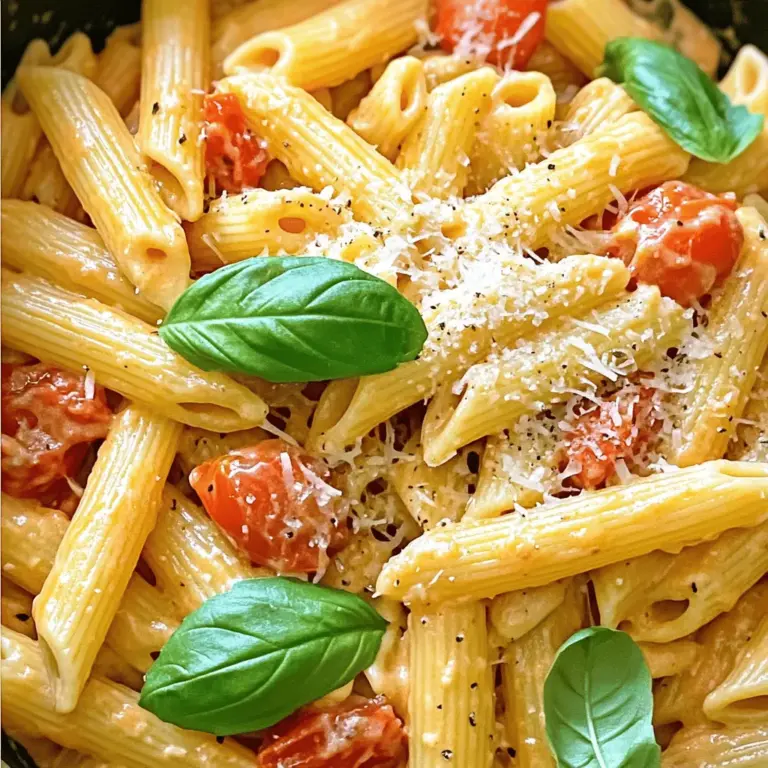 - 340 g Pasta (Penne oder Fusilli) - 1 Dose (800 g) zerquetschte Tomaten - 1 mittelgroße Zwiebel, fein gehackt - 3 Knoblauchzehen, gehackt Die Wahl der Pasta ist wichtig. Ich empfehle Penne oder Fusilli. Diese Sorten halten die Sauce gut fest. Zerquetschte Tomaten bringen viel Geschmack. Sie sind die Basis der Sauce. Die Zwiebel und der Knoblauch geben der Mischung Tiefe. Hacken Sie beides klein für eine gleichmäßige Verteilung. - 240 ml Gemüsebrühe - 240 ml Sahne oder Kokosnusscreme Gemüsebrühe bringt Umami und macht das Gericht herzhaft. Sie hilft, die Aromen zu verbinden. Sahne oder Kokosnusscreme sorgt für die Cremigkeit. Kokosnusscreme gibt einen Hauch von Tropen. Wählen Sie die Flüssigkeit nach Ihrem Geschmack. - 1 Teelöffel getrockneter Basilikum - 1 Teelöffel getrockneter Oregano - 2 Esslöffel Olivenöl - Salz und Pfeffer nach Geschmack - ½ Teelöffel rote Pfefferflocken (optional, für Schärfe) Gewürze sind der Schlüssel zum Geschmack. Basilikum und Oregano sind klassisch. Olivenöl sorgt für einen sanften Geschmack und hilft beim Anbraten. Salz und Pfeffer sind wichtig für die Würze. Wenn Sie es schärfer mögen, fügen Sie die roten Pfefferflocken hinzu. Sie bringen ein bisschen Kick in Ihr Gericht. Für das vollständige Rezept schauen Sie sich das [Full Recipe] an. - Hacke 1 mittelgroße Zwiebel fein. - Hacke 3 Knoblauchzehen klein. - Stelle alle weiteren Zutaten bereit. - Erhitze 2 Esslöffel Olivenöl in einer großen Pfanne. - Füge die gehackte Zwiebel hinzu und brate sie 3-4 Minuten an. - Gib den gehackten Knoblauch in die Pfanne und brate ihn 1-2 Minuten mit. - Füge 1 Teelöffel getrockneten Basilikum, 1 Teelöffel getrockneten Oregano und 1/2 Teelöffel rote Pfefferflocken hinzu. - Rühre gut um und lasse alles kurz köcheln. - Gieße 1 Dose (800 g) zerquetschte Tomaten und 240 ml Gemüsebrühe in die Pfanne. - Rühre die Mischung gut um und lasse sie sanft köcheln. - Füge 340 g Pasta hinzu und rühre um, um die Pasta zu beschichten. - Decke die Pfanne ab und koche die Pasta gemäß den Verpackungsanweisungen. - Wenn die Pasta gar ist, gieße 240 ml Sahne oder Kokosnusscreme hinzu. - Rühre um und lasse die Sauce für 2-3 Minuten weiterköcheln. Für das vollständige Rezept, einschließlich aller Schritte, siehe [Full Recipe]. Um eine köstliche Sauce zu erhalten, passen Sie Salz und Pfeffer nach Ihrem Geschmack an. Beginnen Sie mit einer Prise Salz und probieren Sie es aus. Fügen Sie nach Bedarf mehr hinzu. Frische Kräuter wie Basilikum oder Oregano bringen zusätzlichen Geschmack. Hacken Sie die Kräuter kurz vor dem Servieren und streuen Sie sie über die Pasta. Um klebende Pasta zu vermeiden, rühren Sie gelegentlich um. Dies sorgt dafür, dass die Pasta gleichmäßig kocht und nicht zusammenklebt. Achten Sie auch auf den optimalen Garzeitpunkt. Kochen Sie die Pasta so lange, bis sie al dente ist, was meistens 10-12 Minuten dauert. Bereiten Sie die Zutaten im Voraus vor, um Zeit zu sparen. Hacken Sie Zwiebeln und Knoblauch, bevor Sie beginnen. Nutzen Sie die Ein-Pfannen-Methode. So kochen Sie alles in einer Pfanne und sparen sich das Abwaschen. Das macht das Kochen effizienter und einfacher. Wenn Sie mehr über die Zubereitung erfahren möchten, schauen Sie sich das [Full Recipe] an. {{image_4}} Eine einfache Möglichkeit, der Ein-Pfannen-Cremigen Tomatenpasta mehr Geschmack zu verleihen, ist, Gemüse hinzuzufügen. Du kannst Spinat oder Zucchini integrieren. Diese Gemüse geben der Pasta nicht nur Farbe, sondern auch Nährstoffe. Wenn du Pilze magst, brate sie einfach in der Pfanne an, bevor du die Zwiebel hinzufügst. Das gibt deiner Sauce einen herzhaften Geschmack. Um die Pasta sättigender zu machen, kannst du Proteinoptionen hinzufügen. Hähnchen oder Tofu sind großartige Ergänzungen. Einfach das Hähnchen in Stücke schneiden und anbraten, bevor du die Zwiebel und den Knoblauch hinzufügst. Tofu kannst du in Würfel schneiden und ebenfalls anbraten. Eine weitere leckere Wahl sind Garnelen. Diese fügst du am besten am Ende der Kochzeit hinzu, damit sie zart bleiben. Wenn du eine vegane oder glutenfreie Variante suchst, ist das ganz einfach. Verwende glutenfreie Pasta, die in vielen Geschäften erhältlich ist. Für die cremige Textur kannst du eine vegane Sahnealternative wie Kokosnusscreme verwenden. Diese Optionen machen das Gericht für alle zugänglich und lecker. Für die vollständige Anleitung, lies das [Full Recipe]. - Bewahre die Reste in einem luftdichten Behälter auf. So bleibt die Pasta frisch. - Stelle den Behälter in den Kühlschrank. Dadurch hält die Pasta länger. - Die Reste sind maximal 3-4 Tage frisch. Danach kann der Geschmack leiden. - Du kannst die Portionen auch einfrieren. So kannst du sie länger aufbewahren. - Du kannst die Pasta in der Mikrowelle oder auf dem Herd wieder aufwärmen. - Wenn du die Sauce anpassen möchtest, füge etwas Brühe oder Sahne hinzu. Das macht die Sauce wieder cremig und lecker. Die Pasta kocht normalerweise 10-12 Minuten. In dieser Zeit wird sie al dente. Achte darauf, die Pasta gelegentlich umzurühren. So bleibt sie nicht kleben. Du kannst die Zeit anpassen, je nach deiner Pasta-Sorte. Ja, frische Tomaten sind auch möglich. Sie geben der Sauce einen tollen Geschmack. Wenn du frische Tomaten verwendest, schneide sie klein. Du kannst etwa 1 kg frische Tomaten nehmen. Koche sie etwas länger, bis sie weich sind. Ja, das Rezept ist anpassbar. Du kannst glutenfreie Pasta verwenden. So kannst du das Gericht genießen, auch wenn du Gluten meidest. Achte darauf, dass alle anderen Zutaten auch glutenfrei sind. Um die Sauce schärfer zu machen, füge zusätzliche rote Pfefferflocken hinzu. Diese geben der Sauce einen schönen Kick. Du kannst die Menge nach deinem Geschmack anpassen. Ein bisschen mehr kann sehr lecker sein! In diesem Blogbeitrag haben wir ein einfaches Pasta-Rezept durchgearbeitet. Wir haben die wichtigsten Zutaten, die Zubereitung und Tipps zur Verfeinerung besprochen. Du kannst die Sauce nach Belieben anpassen und sogar Varianten hinzufügen. Denke daran, Reste richtig zu lagern und die Sauce beim Aufwärmen zu genießen. Kochen macht Spaß und bringt Freude. Nutze diese Anleitung für dein nächstes Gericht!