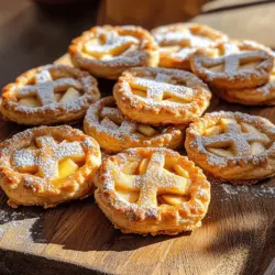 Für diese leckeren Kekse brauchst du einige einfache Zutaten. Hier ist die Liste: - 2 Tassen Allzweckmehl - 1/2 Tasse Kristallzucker - 1/2 Teelöffel Salz - 1 Teelöffel Backpulver - 1 Teelöffel gemahlener Zimt - 1/2 Tasse ungesalzene Butter, kalt und gewürfelt - 1 großes Ei - 1 Teelöffel Vanilleextrakt - 2 Tassen geschälte und gewürfelte Äpfel (zum Beispiel Granny Smith) - 1/4 Tasse brauner Zucker - 1 Esslöffel Zitronensaft - 1/2 Teelöffel gemahlene Muskatnuss - 1 Ei-Wasch (1 Ei, verquirlt mit 1 Esslöffel Wasser) - Puderzucker zum Bestäuben (optional) Diese Zutaten sind einfach zu finden. Du kannst sie im Supermarkt oder beim lokalen Bauern kaufen. Um die perfekten Apfel-Pie-Kekse zu machen, benötigst du einige Küchenhelfer: - Eine große Rührschüssel - Ein Teigschneider oder deine Hände - Eine kleine Schüssel für das Ei und Vanille - Ein Backblech - Backpapier - Ein Nudelholz zum Ausrollen des Teigs - Ein Ausstecher mit einem Durchmesser von etwa 8 cm - Eine Gabel zum Eindrücken der Ränder Mit diesen Geräten wird das Backen einfach und macht Spaß. Beim Backen von Apfel-Pie-Keksen gibt es einige wichtige Punkte zu beachten: - Äpfel: Verwende feste Äpfel wie Granny Smith. Sie geben den Keksen einen tollen Geschmack. - Butter: Kalte Butter ist wichtig. Sie sorgt für einen krümeligen Teig. - Zucker: Du kannst den Kristallzucker durch braunen Zucker ersetzen, wenn du einen tieferen Geschmack magst. - Zitronensaft: Der Zitronensaft hilft, die Äpfel frisch zu halten und den Geschmack zu verbessern. Wenn du diese Tipps beachtest, gelingen dir die Kekse sicher. Du kannst das gesamte Rezept für die perfekten Apfel-Pie-Kekse hier nachlesen. Um den Teig für die perfekten Apfel-Pie-Kekse zu machen, mische zuerst die trockenen Zutaten. Nimm eine große Schüssel und füge 2 Tassen Allzweckmehl, 1/2 Tasse Kristallzucker, 1/2 Teelöffel Salz, 1 Teelöffel Backpulver und 1 Teelöffel gemahlenen Zimt hinzu. Rühre alles gut durch. Jetzt kommt die Butter. Füge 1/2 Tasse kalte, gewürfelte Butter zu der Mischung hinzu. Arbeite die Butter mit einem Teigschneider oder den Fingern ein, bis die Mischung krümelig aussieht. Mische in einer kleinen Schüssel 1 großes Ei und 1 Teelöffel Vanilleextrakt. Gib diese Mischung vorsichtig zur Mehlmischung. Mische alles nur so lange, bis es gerade so zusammenkommt. Forme den Teig zu einer Kugel und wickele ihn in Frischhaltefolie. Lass den Teig 30 Minuten im Kühlschrank ruhen. Das Kühlen macht den Teig fester und leichter zu verarbeiten. Während der Teig kühlt, bereite die Apfelfüllung vor. Nimm eine mittelgroße Schüssel und füge 2 Tassen geschälte und gewürfelte Äpfel hinzu. Ich empfehle Granny Smith für den besten Geschmack. Mische die Äpfel mit 1/4 Tasse braunem Zucker, 1 Esslöffel Zitronensaft und 1/2 Teelöffel gemahlener Muskatnuss. Vermenge alles gut, sodass die Äpfel gleichmäßig bedeckt sind. Lass die Mischung etwa 10 Minuten ruhen, damit die Aromen gut durchziehen. Heize den Backofen auf 190°C vor und lege ein Backblech mit Backpapier aus. Nimm die Hälfte des gekühlten Teigs und rolle ihn auf einer bemehlten Fläche auf etwa 3 mm Dicke aus. Steche mit einem Ausstecher (Durchmesser etwa 8 cm) Kreise aus. Legen Sie auf die Mitte von der Hälfte der Kreise einen Löffel der Apfelfüllung. Achte darauf, nicht zu viel Füllung zu nehmen. Mit den restlichen Teigkreisen decke die Kekse zu. Drücke die Ränder gut zusammen, um sie zu verschließen. Verwende eine Gabel, um eine dekorative Note an den Rändern zu setzen. Lege die Kekse auf das Backblech und bestreiche die Oberseiten mit der Ei-Wasch. Das gibt ihnen eine schöne goldene Farbe. Backe die Kekse 18-20 Minuten, bis sie leicht goldbraun sind. Lass sie auf einem Kuchengitter abkühlen und bestäube sie nach Belieben mit Puderzucker. Jetzt hast du leckere, hausgemachte Apfel-Pie-Kekse! Für die vollständige Anleitung kannst du das Rezept hier finden: [Full Recipe]. Die Wahl der Äpfel ist entscheidend. Ich empfehle Granny Smith-Äpfel. Sie sind süß und sauer. Diese Äpfel halten ihre Form gut beim Backen. Auch Honeycrisp ist eine gute Wahl. Sie bringen eine knackige Textur und süßen Geschmack. Vermeide weiche Äpfel, denn sie werden matschig. Achte darauf, dass die Äpfel frisch und fest sind. Das sorgt für den besten Geschmack. Ein häufiger Fehler ist, den Teig zu lange zu kneten. Das macht die Kekse zäh. Mische nur so lange, bis alles kombiniert ist. Ein weiterer Fehler ist, die Apfelfüllung zu überfüllen. Dies führt dazu, dass die Kekse aufplatzen. Stelle sicher, dass du die Ränder gut verschließt. Ein einfaches Zusammendrücken reicht oft nicht. Nutze eine Gabel, um sicherzustellen, dass sie dicht sind. Die Backzeit ist wichtig. Backe die Kekse 18 bis 20 Minuten. Achte darauf, dass sie goldbraun sind. Wenn du einen dunkleren Farbton magst, lasse sie etwas länger im Ofen. Der Ofen sollte gut vorgeheizt sein. So backen die Kekse gleichmäßig. Lass die Kekse nach dem Backen auf einem Gitter abkühlen. So bleiben sie knusprig. Diese Tipps helfen dir, perfekte Kekse zu backen. {{image_4}} Wenn Sie etwas Neues ausprobieren möchten, gibt es viele Alternativen zur klassischen Apfelfüllung. Eine tolle Option ist die Kombination aus Birnen und Äpfeln. Diese Mischung bietet eine süßere und weichere Textur. Fügen Sie auch einige getrocknete Cranberries hinzu, um eine frische Note zu schaffen. Eine andere Möglichkeit ist, die Füllung mit Nüssen zu kombinieren. Walnüsse oder Pekannüsse sorgen für einen tollen Crunch. Sie können auch verschiedene Gewürze verwenden. Zum Beispiel passt Ingwer gut zu Äpfeln. Experimentieren Sie mit verschiedenen Früchten, um Ihre Lieblingsfüllung zu finden. Für glutenfreie Kekse können Sie einfach das Mehl ersetzen. Verwenden Sie eine glutenfreie Mehlmischung, die 1:1 austauschbar ist. Achten Sie darauf, dass die Mischung Xanthan oder Guarkernmehl enthält. Diese Zutaten helfen, die Struktur der Kekse zu halten. Ein weiterer guter Ersatz ist Mandelmehl. Es gibt den Keksen einen nussigen Geschmack und eine feuchte Textur. Wenn Sie diese Optionen wählen, achten Sie darauf, dass alle anderen Zutaten ebenfalls glutenfrei sind. So können alle Ihre Gäste die Kekse genießen. Um Ihre Apfel-Pie-Kekse zu verfeinern, können Sie zusätzliche Gewürze hinzufügen. Muskatnuss bringt einen warmen, tiefen Geschmack. Kardamom verleiht den Keksen eine exotische Note. Zimt bleibt aber der Star unter den Gewürzen. Probieren Sie auch eine Prise Chili oder Pfeffer für einen kleinen Kick. Diese kleinen Änderungen machen einen großen Unterschied im Geschmack. Spielen Sie mit den Gewürzen, um die perfekte Mischung zu finden. Um die perfekten Apfel-Pie-Kekse frisch zu halten, lege sie in einen luftdichten Behälter. So bleibt die Feuchtigkeit erhalten. Du kannst auch ein Stück Brot in den Behälter legen. Das hilft, die Kekse weich zu halten. Stelle den Behälter an einen kühlen, trockenen Ort. Vermeide direkte Sonne oder Hitze. Die Kekse halten sich bei richtiger Lagerung etwa eine Woche. Nach ein paar Tagen könnten sie trocken werden. Wenn du sie länger aufbewahren möchtest, solltest du sie einfrieren. So bleiben sie bis zu drei Monate frisch. Um Kekse einzufrieren, lasse sie zuerst vollständig abkühlen. Dann lege sie in einen gefrierfesten Beutel oder Behälter. Achte darauf, die Luft so gut wie möglich zu entfernen. Wenn du sie essen möchtest, lasse die Kekse einfach bei Raumtemperatur auftauen. Du kannst sie auch kurz im Ofen aufwärmen, um sie wieder knusprig zu machen. Apfel-Pie-Kekse bleiben frisch für etwa eine Woche. Bewahre sie in einem luftdichten Behälter auf. So bleibt der Geschmack und die Textur erhalten. Wenn du sie im Kühlschrank lagerst, kannst du die Haltbarkeit sogar auf bis zu zwei Wochen verlängern. Ja, du kannst den Teig im Voraus machen. Wickele ihn in Frischhaltefolie und lege ihn in den Kühlschrank. Der Teig bleibt dort bis zu drei Tage frisch. Du kannst ihn auch einfrieren und bis zu drei Monate lagern. Lass ihn vor dem Backen einfach über Nacht im Kühlschrank auftauen. Um die Kekse süßer zu machen, füge einfach mehr Kristallzucker oder braunen Zucker hinzu. Du kannst auch einen Löffel Honig oder Sirup in die Apfelfüllung geben. Diese kleinen Änderungen bringen noch mehr Süße in deine Kekse. Achte darauf, die Mengen nicht zu stark zu erhöhen, damit die Textur nicht leidet. Diese Kekse enthalten Weizen und Butter, daher sind sie nicht glutenfrei oder laktosefrei. Du kannst jedoch glutenfreies Mehl verwenden und die Butter durch Margarine ersetzen. So machst du die Kekse für viele Allergiker besser geeignet. Überprüfe immer die Zutaten, um sicherzustellen, dass sie für deine Bedürfnisse passen. Das Rezept für die perfekten Apfel-Pie-Kekse stammt aus meiner jahrelangen Erfahrung in der Küche. Ich habe es durch viele Versuche und Anpassungen verfeinert. Der volle Rezept-Link führt dich zu allen Details, die du brauchst, um diese leckeren Kekse zu backen. Du hast nun alles, was du benötigst, um perfekte Apfel-Pie-Kekse zu backen. Wir haben die besten Zutaten, Tipps und Tricks besprochen. Ich habe auch Variationen und Aufbewahrungsinfos gegeben. Denk daran, die richtigen Äpfel auszuwählen und häufige Fehler zu vermeiden. Mit diesen Ratschlägen wirst du leckere Kekse zaubern. Viel Spaß beim Backen und Genießen deiner Kreationen!