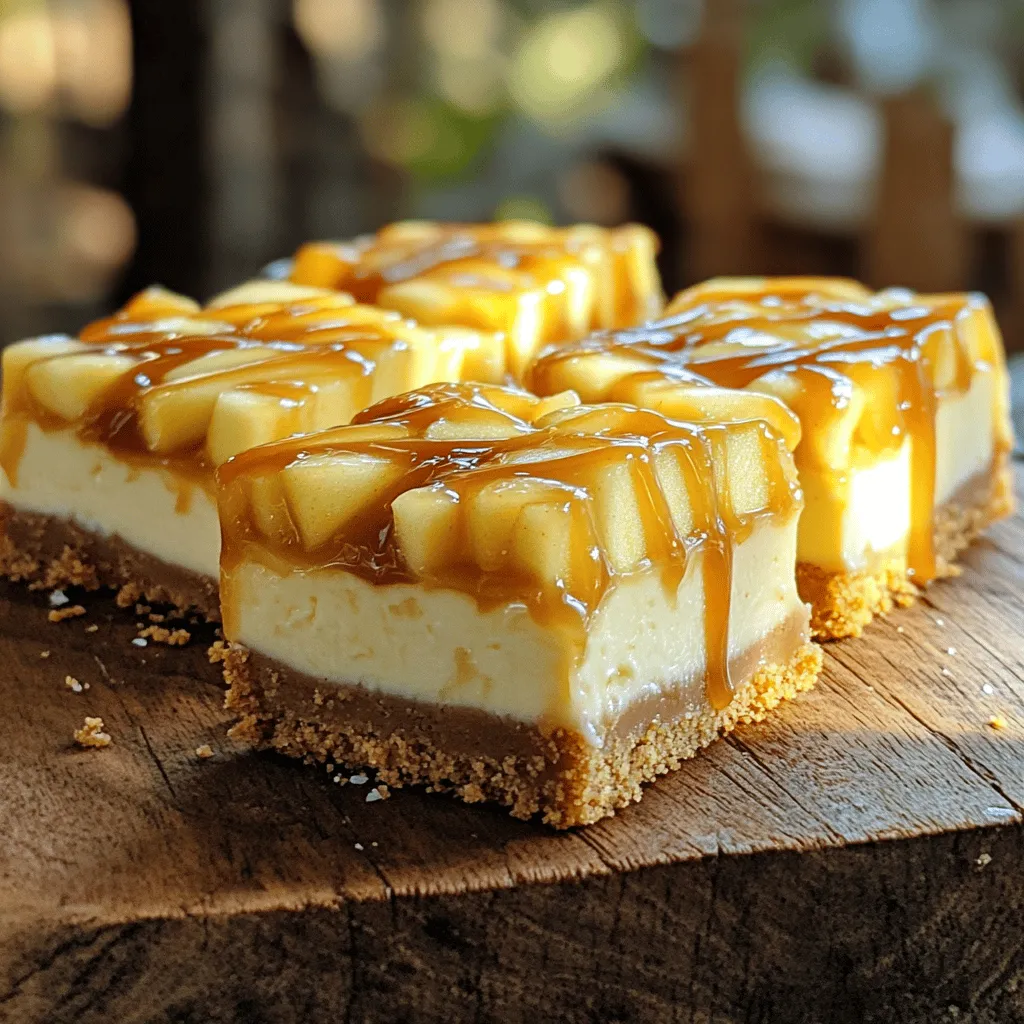 Für die Kruste brauchst du: - 1 ½ Tassen Graham-Cracker-Brösel - ½ Tasse ungesalzene Butter, geschmolzen - ¼ Tasse brauner Zucker - 1 Teelöffel Zimt Diese Zutaten bilden die Basis der Riegel. Die Graham-Cracker bringen einen tollen Geschmack und eine knusprige Textur. Für die Käsekuchen-Schicht benötigst du: - 450 g Frischkäse, weich - ½ Tasse weißer Zucker - 2 große Eier - 1 Teelöffel Vanilleextrakt - 250 g Sauerrahm Diese Zutaten machen die Füllung schön cremig. Der Frischkäse sorgt für den typischen Käsekuchen-Geschmack. Für die Apfelschicht verwendest du: - 2 mittelgroße Äpfel, geschält, entkernt und gewürfelt - 2 Esslöffel Zitronensaft - ½ Teelöffel Zimt - ¼ Tasse weißer Zucker Die Äpfel bringen Frische und Süße in die Riegel. Granny Smith oder Honeycrisp sind perfekt dafür. Für das Karamelltopping brauchst du: - ½ Tasse Karamellsauce (gekauft oder selbstgemacht) - Meersalz, zum Garnieren (optional) Das Karamell macht die Riegel besonders lecker. Ein wenig Meersalz gibt einen tollen Kontrast zur Süße. Wenn du mehr über die Zubereitung erfahren möchtest, schau dir das vollständige Rezept an. Heizen Sie den Ofen auf 175°C vor. Nehmen Sie eine 20x20 cm Backform und legen Sie sie mit Backpapier aus. Lassen Sie das Papier über den Rand hängen. So können Sie die Riegel später leichter herausnehmen. In einer Schüssel vermengen Sie 1 ½ Tassen Graham-Cracker-Brösel, ½ Tasse geschmolzene Butter, ¼ Tasse braunen Zucker und 1 Teelöffel Zimt. Rühren Sie, bis die Mischung wie feuchter Sand aussieht. Drücken Sie diese Mischung fest auf den Boden der Backform. Backen Sie die Kruste für 10 Minuten. Sie soll fest und leicht goldbraun sein. Lassen Sie sie danach abkühlen. Nehmen Sie eine große Schüssel und geben Sie 450 g weichen Frischkäse und ½ Tasse weißen Zucker hinein. Rühren Sie mit einem Mixer, bis die Mischung glatt ist. Fügen Sie nacheinander 2 große Eier hinzu und rühren Sie gut nach jeder Zugabe. Geben Sie 1 Teelöffel Vanilleextrakt und 250 g Sauerrahm dazu. Rühren Sie, bis alles gut vermischt ist. In einer separaten Schüssel vermengen Sie 2 gewürfelte Äpfel, 2 Esslöffel Zitronensaft, ½ Teelöffel Zimt und ¼ Tasse weißen Zucker. Rühren Sie gut um, bis die Äpfel gleichmäßig bedeckt sind. Lassen Sie die Mischung einige Minuten stehen, damit die Aromen sich entfalten. Gießen Sie die Käsekuchen-Mischung über die abgekühlte Kruste und verteilen Sie sie gleichmäßig. Falten Sie vorsichtig die Apfelmischung unter. So verteilen sich die Äpfel gut in der Käsekuchen-Schicht. Backen Sie die Riegel 30-35 Minuten lang. Die Mitte sollte fest, aber noch leicht wackelig sein. Nehmen Sie sie aus dem Ofen und lassen Sie sie eine Stunde bei Raumtemperatur abkühlen. Nach dem Abkühlen träufeln Sie ½ Tasse Karamellsauce gleichmäßig über die Käsekuchen-Riegel. Optional können Sie etwas Meersalz darüber streuen. Stellen Sie die Riegel für mindestens 3 Stunden oder über Nacht in den Kühlschrank. So werden sie fest. Heben Sie die Riegel vorsichtig mit dem Backpapier heraus, schneiden Sie sie in Quadrate und servieren Sie sie. (Vollständiges Rezept: Karamell-Apfel-Käsekuchen-Riegel) Die Kruste ist der erste Schritt zu deinem Karamell-Apfel-Käsekuchen-Riegel. Verwende frische Graham-Cracker-Brösel für den besten Geschmack. Achte darauf, die Butter gut zu schmelzen. So vermengen sich die Zutaten besser. Die richtige Konsistenz ist entscheidend. Sie sollte wie feuchter Sand sein. Drücke die Mischung fest in die Form. Das gibt Stabilität. Backe die Kruste bis sie goldbraun ist. So bleibt sie schön knusprig. Für die Käsekuchen-Schicht ist die Auswahl der Zutaten wichtig. Weicher Frischkäse sorgt für eine cremige Textur. Rühre ihn gut mit dem Zucker. Das macht den Käsekuchen luftig. Die Eier sollten Raumtemperatur haben. Das hilft, eine homogene Masse zu bekommen. Füge die Sahne erst zum Schluss hinzu. So bleibt die Mischung leicht und cremig. Vanilleextrakt bringt einen tollen Geschmack. Vergiss nicht, die Mischung gut zu vermengen, bis sie glatt ist. Für den besten Apfelgeschmack wähle saftige Äpfel. Granny Smith oder Honeycrisp sind ideal. Ihre Säure passt gut zum Käsekuchen. Schäle und entkerne die Äpfel vorher. Das macht das Essen einfacher. Schneide sie in kleine Stücke. Mische sie dann mit Zitronensaft, Zimt und Zucker. Lass die Mischung ruhen. So können sich die Aromen entfalten. Füge die Äpfel vorsichtig zur Käsekuchen-Schicht hinzu. So bleiben sie schön verteilt und geben frischen Geschmack. {{image_4}} Wenn Sie glutenfrei kochen, können Sie die Graham-Cracker durch glutenfreie Kekse ersetzen. Achten Sie auf die Zutatenliste. Viele glutenfreie Kekse funktionieren gut. Sie können auch gemahlene Mandeln oder Haferflocken verwenden. Diese halten die Kruste zusammen und geben einen guten Geschmack. Für eine vegane Version tauschen Sie den Frischkäse gegen einen pflanzlichen Käse. Es gibt viele gute Marken, die cremigen veganen Käse anbieten. Anstelle von Eiern verwenden Sie Leinsamen oder Apfelmus. Diese helfen, die Mischung zu binden. Verwenden Sie auch pflanzliche Butter für die Kruste. So bleibt alles rein pflanzlich und lecker. Die Karamellsauce kann gekauft oder selbst gemacht werden. Wenn Sie die Sauce selbst machen möchten, verwenden Sie Zucker, Wasser und etwas Sahne oder pflanzliche Milch. Für einen besonderen Kick können Sie Gewürze wie Zimt oder Muskat hinzufügen. Eine Prise Meersalz auf dem Karamell bringt den Geschmack zur Geltung. Dies macht die Riegel noch interessanter. Bewahre die Karamell-Apfel-Käsekuchen-Riegel in einem luftdichten Behälter. So bleiben sie frisch. Du kannst sie bis zu fünf Tage im Kühlschrank aufbewahren. Stelle sicher, dass die Riegel vollständig abgekühlt sind, bevor du sie lagerst. So vermeidest du, dass sie matschig werden. Die Riegel lassen sich auch gut einfrieren. Schneide sie in Portionen und lege sie in einen Gefrierbeutel. Achte darauf, die Luft herauszudrücken, bevor du sie verschließt. So bleiben sie bis zu drei Monate haltbar. Wenn du sie essen möchtest, lass sie einfach im Kühlschrank auftauen. Um die Haltbarkeit der Riegel zu maximieren, achte auf die Zutaten. Frische Äpfel und hochwertige Karamellsauce sorgen für den besten Geschmack. Wenn du die Riegel lange lagerst, kann der Geschmack nachlassen. Verwende immer saubere Utensilien, um den Kontakt mit Bakterien zu vermeiden. So bleibt dein Dessert sicher und lecker. Um sicherzustellen, dass die Riegel nicht zerfallen, ist die Kruste wichtig. Drücke die Graham-Cracker-Brösel gut fest in die Backform. Das hilft, die Struktur zu halten. Backe die Kruste auch gut, bis sie leicht goldbraun ist. Dadurch wird sie fester und stabiler. Lass die Riegel nach dem Backen vollständig abkühlen, bevor du sie schneidest. Ja, du kannst andere Früchte verwenden! Birnen, Pfirsiche oder Beeren passen gut. Diese Früchte bringen andere Geschmäcker in die Riegel. Achte darauf, die Früchte klein zu schneiden, damit sie gleichmäßig verteilt sind. Mische sie wie die Äpfel mit Zitronensaft und Zucker, um den Geschmack zu verbessern. Das macht die Riegel noch interessanter! Natürlich kannst du die Karamellsauce selbst machen! Es ist einfach und macht Spaß. Du brauchst nur Zucker, Butter und Sahne. Schmelze den Zucker in einer Pfanne, bis er goldbraun ist. Füge dann die Butter hinzu und rühre gut um. Gieße langsam die Sahne dazu und rühre weiter. Lass die Sauce abkühlen, bevor du sie auf die Riegel gibst. Die Käsekuchen-Riegel halten im Kühlschrank etwa eine Woche. Lagere sie in einem luftdichten Behälter. Wenn du sie länger aufbewahren möchtest, kannst du sie einfrieren. Wickel sie gut in Frischhaltefolie ein und lege sie in einen Gefrierbehälter. So bleiben sie bis zu drei Monate frisch. Dieser Artikel hat dir gezeigt, wie du leckere Karamell-Apfel-Käsekuchen-Riegel machst. Wir haben die Zutaten, die Schritte und praktische Tipps behandelt. Mit einfachen Tipps kannst du die perfekte Kruste und die beste Apfelschicht erzielen. Außerdem gibt es viele Variationen für jeden Geschmack. Denke daran, die Riegel richtig zu lagern, damit sie frisch bleiben. Probiere verschiedene Früchte und Karamelloptionen aus. So machst du jedes Mal ein tolles Dessert. Viel Spaß beim Backen!