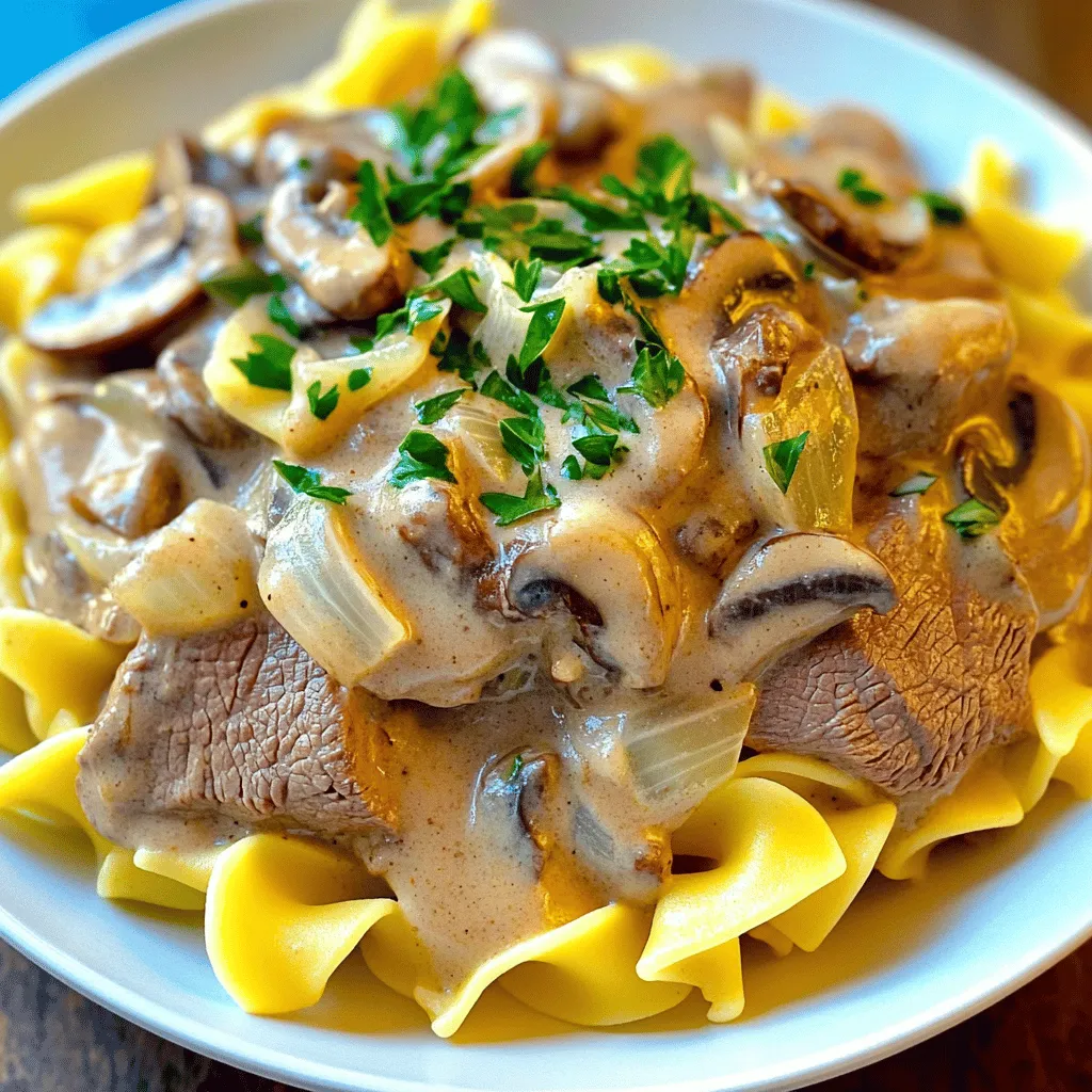 Um einen köstlichen Rindfleisch Stroganoff zu machen, benötigen Sie folgende Zutaten: - 450 g Rinderfilet, in dünne Streifen geschnitten - 2 Esslöffel Olivenöl - 1 mittelgroße Zwiebel, gewürfelt - 2 Knoblauchzehen, fein gehackt - 225 g Champignons, in Scheiben geschnitten (Button oder Cremini) - 240 ml Rinderbrühe - 1 Esslöffel Dijon-Senf - 1 Teelöffel Worcestershire-Sauce - 240 ml saure Sahne - 2 Esslöffel Allzweckmehl - Salz und Pfeffer nach Geschmack - Frische Petersilie, gehackt (zum Garnieren) - Gekochte Eiernudeln oder Reis (zum Servieren) Diese Zutaten sind leicht zu finden. Sie machen das Gericht besonders lecker. Wenn Sie Rinderfilet kaufen, achten Sie auf die Farbe. Das Fleisch sollte rot und frisch aussehen. Die Textur muss fest sein. Vermeiden Sie Fleisch mit braunen Stellen. Fragen Sie im Geschäft nach der Herkunft des Fleisches. Höhere Qualität schmeckt besser. Wenn möglich, wählen Sie Fleisch von lokalen Bauern. So unterstützen Sie nachhaltige Praktiken. Für eine vegetarische Option können Sie das Rinderfilet durch Pilze ersetzen. Portobello-Pilze sind eine gute Wahl. Sie haben eine fleischige Textur und einen reichen Geschmack. Auch Tofu oder Seitan sind tolle Alternativen. Sie nehmen die Aromen der Sauce gut auf. Verwenden Sie die gleiche Menge wie im Rezept angegeben. So bleibt das Gericht lecker und sättigend. Zuerst bereite alle Zutaten vor. Schneide 450 g Rinderfilet in dünne Streifen. Würfle eine mittelgroße Zwiebel und hacke zwei Knoblauchzehen fein. Nimm 225 g Champignons und schneide sie in Scheiben. Das hilft dir, schnell zu arbeiten. Halte die Rinderbrühe, den Dijon-Senf, die Worcestershire-Sauce und die saure Sahne bereit. Erhitze zwei Esslöffel Olivenöl in einer großen Bratpfanne. Füge die Rinderstreifen hinzu und würze sie mit Salz und Pfeffer. Brate sie für 3-4 Minuten, bis sie goldbraun sind. Nimm das Rindfleisch aus der Pfanne und lege es beiseite. In der gleichen Pfanne gib die gewürfelte Zwiebel hinzu und brate sie 2-3 Minuten. Dann füge den Knoblauch und die Champignons hinzu. Brate alles für etwa 5 Minuten, bis die Pilze weich sind. Streue 2 Esslöffel Allzweckmehl darüber und rühre gut um. Koche die Mischung für eine Minute. Gieße nun nach und nach 240 ml Rinderbrühe dazu. Rühre ständig, bis die Sauce eindickt. Füge 1 Esslöffel Dijon-Senf und 1 Teelöffel Worcestershire-Sauce hinzu. Rühre alles gut durch. Reduziere die Hitze auf niedrig und füge 240 ml saure Sahne hinzu. Rühre, bis die Sauce cremig ist. Gib das Rindfleisch zurück in die Pfanne und lass alles für 5 Minuten simmern. Serviere den Rindfleisch Stroganoff über gekochten Eiernudeln oder Reis. Garniere das Gericht mit frisch gehackter Petersilie. Diese Schritte machen dein Essen besonders lecker. Du findest die vollständige Rezeptur im Abschnitt über die Zutaten. Ein häufiger Fehler ist, das Rindfleisch zu lange zu braten. Das macht es zäh. Halte die Bratzeit bei etwa 3-4 Minuten. So bleibt das Fleisch zart. Eine weitere Falle ist, die Zwiebeln zu stark zu bräunen. Du willst sie glasig, nicht braun. Zu viel Hitze kann auch die Sauce gerinnen lassen. Koche sie daher bei niedriger Hitze, wenn du die saure Sahne hinzufügst. Für die perfekte Konsistenz achte darauf, das Mehl gleichmäßig zu verteilen. Das hilft, die Sauce schön dick zu machen. Gieße die Rinderbrühe langsam ein. Rühre dabei ständig, damit keine Klumpen entstehen. Wenn die Sauce zu dick ist, füge etwas mehr Brühe hinzu. Ist sie zu dünn, lasse sie einfach länger köcheln. Um den Geschmack zu verbessern, füge frische Kräuter wie Petersilie hinzu. Das gibt Frische und Farbe. Du kannst auch etwas Thymian oder Rosmarin für mehr Tiefe verwenden. Eine Prise Paprika kann dem Gericht eine angenehme Wärme verleihen. Experimentiere ruhig mit den Gewürzen. Jeder Biss sollte reich und vollmundig sein. Für das gesamte Rezept kannst du den Abschnitt "Full Recipe" nachlesen. {{image_4}} Rindfleisch Stroganoff ist klassisch, aber du kannst es auch mit anderen Fleischsorten zubereiten. Zum Beispiel, Hähnchen oder Schweinefleisch kann eine tolle Wahl sein. Verwende zartes Hähnchenbrustfilet für eine leichtere Option. Für Schweinefleisch, wähle das Filet, um die Zartheit zu gewährleisten. Die Zubereitung bleibt ähnlich, also kannst du die Technik aus dem Rezept verwenden. Das Ergebnis ist immer noch köstlich und voller Geschmack. Wenn du eine vegetarische oder vegane Variante möchtest, gibt es viele Optionen. Du kannst Tofu oder Tempeh statt Fleisch verwenden. Schneide sie in Streifen und brate sie wie das Rindfleisch an. Für einen reichhaltigen Geschmack, nutze auch Pilze. Sie geben eine tolle Textur und Umami. Verwende pflanzliche Sahne oder Kokosmilch für die cremige Sauce. So kannst du ein leckeres Gericht genießen, ohne Fleisch zu verwenden. Es gibt viele regionale Varianten des klassischen Rindfleisch Stroganoff. In Ungarn fügen Köche Paprika hinzu, um das Gericht würziger zu machen. In Deutschland wird oft Senf verwendet, um den Geschmack zu vertiefen. Einige Leute mögen es, mit sauren Gurken zu garnieren. Diese Abwandlungen bringen neue Aromen in das Gericht. Probiere sie aus und finde deine Lieblingsversion. Es gibt viele Wege, dieses Rezept zu variieren und dennoch den klassischen Geschmack zu bewahren. Für das vollständige Rezept, schau dir den Full Recipe an. Um Rindfleisch Stroganoff frisch zu halten, lege es in einen luftdichten Behälter. Achte darauf, dass die Sauce vollständig abgekühlt ist, bevor du sie einfüllst. So vermeidest du Feuchtigkeit und Schimmel. Lagere den Behälter im Kühlschrank. Der Stroganoff bleibt dort etwa 3 bis 4 Tage lecker. Einfrieren ist eine gute Option, wenn du Rindfleisch Stroganoff länger aufbewahren möchtest. Teile das Gericht in Portionen auf. Nutze gefriergeeignete Behälter oder Beutel. Achte darauf, so viel Luft wie möglich zu entfernen. So bleibt der Geschmack erhalten. Im Gefrierfach kann der Stroganoff bis zu 3 Monate gelagert werden. Um Rindfleisch Stroganoff aufzuwärmen, nutze einen Topf oder die Mikrowelle. Erhitze es langsam bei niedriger Temperatur. Füge etwas Wasser oder Brühe hinzu, um die Sauce cremig zu halten. Rühre dabei gut um, damit alles gleichmäßig warm wird. Achte darauf, dass es nicht zu lange kocht, damit die Textur nicht leidet. Du kannst verschiedene Fleischsorten verwenden. Hühnchenbrust ist eine tolle Option. Auch Schweinefleisch funktioniert gut. Wenn du Rindfleisch magst, probiere Rinderhackfleisch oder Rinderbrust. Diese Fleischsorten haben guten Geschmack und sind zart. Ja, du kannst Rindfleisch Stroganoff im Voraus zubereiten. Koche es einfach und lasse es abkühlen. Danach kannst du es in einem luftdichten Behälter aufbewahren. Im Kühlschrank bleibt es bis zu drei Tage frisch. Wenn du es essen willst, erwärme es langsam in der Pfanne. Um das Gericht gesünder zu machen, verwende mageres Rindfleisch oder Hühnchen. Du kannst auch mehr Gemüse hinzufügen, wie Paprika oder Spinat. Verwende fettarme saure Sahne oder griechischen Joghurt statt der normalen sauren Sahne. Das macht das Gericht leichter, aber immer noch lecker. Für die Beilage wähle Vollkornnudeln oder Quinoa. So bleibt der Geschmack, aber es ist gesünder. Rindfleisch Stroganoff ist ein köstliches Gericht, das leicht zuzubereiten ist. Wir haben die besten Zutaten und Tipps für die Fleischqualität besprochen. Vegetarische Alternativen sind ebenfalls eine tolle Möglichkeit. Unsere Schritt-für-Schritt-Anleitung hilft dir bei der Zubereitung und Verfeinerung. Ich hoffe, du kannst die häufigsten Fehler beim Kochen vermeiden. Variationen machen das Rezept spannend, während die Aufbewahrungstipps Frische garantieren. Denke an die FAQs, falls Fragen auftauchen. Trau dich, kreativ zu sein und dein eigenes Rezept zu entwickeln!