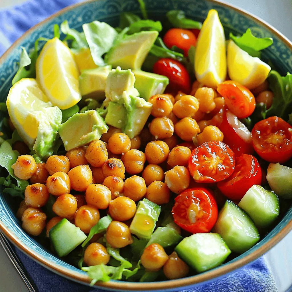 Für einen leckeren Crispy Chickpea Salad benötigst du folgende Zutaten: - 1 Dose (450 g) Kichererbsen, gut abgetropft und abgespült - 2 Esslöffel Olivenöl - 1 Teelöffel geräuchertes Paprikapulver - 1 Teelöffel Knoblauchpulver - Salz und Pfeffer nach Geschmack - 1 Tasse Kirschtomaten, halbiert - 1 Gurke, gewürfelt - 1 Paprika (beliebige Farbe), gewürfelt - ¼ rote Zwiebel, fein gehackt - 1 Avocado, gewürfelt - 2 Tassen gemischte Blattsalate (Spinat, Rucola oder Kopfsalat) - 2 Esslöffel frischer Zitronensaft - 2 Esslöffel Tahini - 1 Esslöffel Honig oder Ahornsirup (für eine vegane Option) Diese Mischung sorgt für einen frischen und knackigen Biss. Dieser Salat ist nicht nur schmackhaft, sondern auch gesund. Kichererbsen sind reich an Eiweiß und Ballaststoffen. Sie helfen dir, dich satt zu fühlen. Gemüse wie Tomaten und Gurken bietet viele Vitamine. Avocado bringt gesunde Fette mit. Dieses Gericht ist ideal für eine ausgewogene Ernährung. Wähle frische Kichererbsen aus der Dose oder koche sie selbst. Frische Tomaten haben mehr Geschmack. Achte auf reife Avocados, sie sind cremiger. Bei Salaten sind frische Blätter besser als welk. Kaufe Gewürze in kleinen Mengen, um Frische zu garantieren. Sehe auch nach Bio-Produkten, wenn möglich. So erhältst du den besten Geschmack und die höchste Qualität. Zuerst heizt du deinen Ofen auf 200°C vor. Nimm eine Dose Kichererbsen und lass sie gut abtropfen. Spüle sie unter kaltem Wasser ab. So entfernst du die Flüssigkeit und den Geschmack aus der Dose. Breite die Kichererbsen auf einem Backblech aus. Vermische sie mit Olivenöl, geräuchertem Paprikapulver, Knoblauchpulver, Salz und Pfeffer. Achte darauf, dass die Kichererbsen gleichmäßig verteilt sind. Jetzt kommen die Kichererbsen in den Ofen. Röste sie für etwa 25-30 Minuten. Sie sollten goldbraun und knusprig sein. Schüttle das Blech nach 15 Minuten, damit sie gleichmäßig garen. Du wirst den köstlichen Duft schon bald riechen! Während die Kichererbsen rösten, kannst du die Salatbasis zubereiten. Nimm eine große Schüssel. Füge die halbierten Kirschtomaten, gewürfelte Gurke, Paprika, rote Zwiebel und die gewürfelte Avocado hinzu. Mische alles gut. Jetzt kommt das Dressing. In einer kleinen Schüssel verrührst du Zitronensaft, Tahini, Honig oder Ahornsirup sowie eine Prise Salz und Pfeffer. Ist das Dressing zu dick? Füge etwas Wasser hinzu. Wenn die Kichererbsen knusprig sind, mische sie vorsichtig mit dem Salat. Träufle das Dressing darüber. So sind alle Aromen gut verteilt. Genieß deinen Crispy Kicherbensalat! Für die vollständige Anleitung schaue dir das Full Recipe an. Um die Kichererbsen perfekt knusprig zu machen, sollten Sie sie gut abtropfen lassen. Feuchtigkeit macht sie weich. Der Ofen sollte auf 200°C vorgeheizt sein. Das Rösten dauert etwa 25-30 Minuten. Schütteln Sie das Blech zur Hälfte der Zeit. So werden sie gleichmäßig knusprig. Würzen Sie sie gut mit geräuchertem Paprikapulver und Knoblauchpulver. Diese Gewürze geben viel Geschmack. Das Anrichten des Salats ist einfach. Beginnen Sie mit einer großen Schüssel. Geben Sie die gemischten Blattsalate als Basis hinein. Fügen Sie dann die Kirschtomaten, Gurke, Paprika und rote Zwiebel hinzu. Die Avocado kommt zuletzt, um sie nicht zu zerdrücken. Mischen Sie alles vorsichtig. So bleibt alles schön frisch und knackig. Träufeln Sie das Dressing über den Salat, kurz bevor Sie servieren. Zusätzliche Toppings können den Salat aufpeppen. Probieren Sie Feta-Käse für einen salzigen Geschmack. Oder fügen Sie geröstete Nüsse für einen Crunch hinzu. Samen wie Sonnenblumen- oder Kürbiskerne sind ebenfalls toll. Sie bringen Protein und gesunde Fette. Frische Kräuter wie Petersilie oder Koriander verleihen Frische. Diese kleinen Extras machen den Salat noch leckerer. Wenn Sie mehr Ideen suchen, schauen Sie sich das Full Recipe an. {{image_4}} Für eine vegane Variante des Crispy Chickpea Salats gibt es viele Möglichkeiten. Anstelle von Honig können Sie Ahornsirup verwenden. Das macht den Salat süß und lecker. Auch der Einsatz von pflanzlichem Joghurt als Dressing ist großartig. Es bringt eine cremige Textur. So bleibt der Salat frisch und vegan. Nutzen Sie saisonales Gemüse, um den Salat zu variieren. Im Frühling sind Spargel und Radieschen eine tolle Wahl. Im Sommer fügen Sie frische Erbsen oder Zucchini hinzu. Im Herbst sind Kürbis und Rote Beete perfekt. Im Winter können Sie Wurzelgemüse wie Karotten oder Sellerie verwenden. Jede Jahreszeit bringt neue Farben und Geschmäcker in den Salat. Wenn Sie mehr Protein wollen, fügen Sie Quinoa oder Linsen hinzu. Diese Optionen machen den Salat sättigender. Auch Feta oder geröstete Nüsse sind gute Ergänzungen. Mandeln oder Walnüsse geben einen schönen Crunch. Diese Extras machen den Salat nahrhaft und lecker. Für das vollständige Rezept schauen Sie sich die Full Recipe an. Um den Salat frisch zu halten, bewahren Sie ihn in einem luftdichten Behälter auf. Stellen Sie sicher, dass der Salat kühl bleibt. Der Kühlschrank ist der beste Ort. Der Salat bleibt so bis zu drei Tage frisch. Wenn Sie den Salat länger lagern, bereiten Sie das Dressing separat vor. Das hält alles knusprig und lecker. Um die Kichererbsen frisch zu halten, lagern Sie sie in einem trockenen Behälter. Sie können die Reste auch in einem luftdichten Behälter aufbewahren. So bleiben sie knusprig. Es ist wichtig, sie nicht mit dem Salat zu mischen, bis Sie bereit sind zu essen. So verlieren sie nicht ihre knusprige Textur. Kichererbsen sind vielseitig. Sie können sie in anderen Gerichten verwenden. Fügen Sie sie zu Suppen oder Eintöpfen hinzu. Sie passen auch gut in Wraps oder Sandwiches. Wenn Sie etwas übrig haben, mischen Sie die Kichererbsen mit Reis oder Quinoa. So kreieren Sie eine neue Mahlzeit, die genauso schmackhaft ist wie der Salat. Kichererbsen aus der Dose sind meist bis zu drei Jahre haltbar. Nach dem Öffnen sollten sie im Kühlschrank aufbewahrt werden. Reste können bis zu fünf Tage frisch bleiben. Achten Sie darauf, sie gut in einem luftdichten Behälter zu lagern. Ja, das Dressing lässt sich gut im Voraus zubereiten. Mischen Sie einfach Zitronensaft, Tahini und Honig. Bewahren Sie es im Kühlschrank auf. Vor dem Servieren sollten Sie es gut schütteln oder umrühren. So bleibt es frisch und lecker. Dieser Salat ist vielseitig. Er passt gut zu gegrilltem Hähnchen oder Lachs. Auch Quinoa oder Vollkornbrot sind tolle Beilagen. Wenn Sie eine stärkere Beilage möchten, probieren Sie Kichererbsen-Bällchen. Sie ergänzen den Salat perfekt. Für eine leichte Beilage sind frische Gemüse-Sticks ideal. In diesem Artikel habe ich die besten Zutaten, die Vorbereitung und Tipps zur Zubereitung von Kicherbersensalat behandelt. Ich habe auch Variationen und wichtige Lagerinformationen aufgezeigt. Denke daran, frische Kichererbsen zu verwenden und den Salat gut zu lagern. So bleibt er länger lecker. Experimentiere mit Toppings, um neue Aromen zu entdecken. Mit diesen Schritten wirst du einen tollen Salat genießen. Viel Spaß beim Ausprobieren!