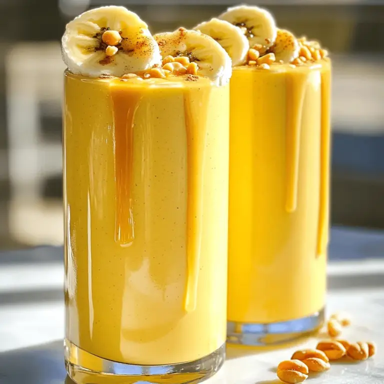 - 2 reife Bananen, geschält und in Scheiben geschnitten - 1/2 Tasse cremige Erdnussbutter - 1 Tasse Milch oder Pflanzenmilch Der Erdnussbutter-Bananen-Smoothie braucht nur wenige Hauptzutaten. Die Bananen geben dem Smoothie eine natürliche Süße. Sie sind reich an Kalium und machen den Smoothie cremig. Die Erdnussbutter fügt einen tollen Geschmack hinzu und liefert gesunde Fette. Die Milch sorgt für eine flüssige und glatte Konsistenz. Du kannst normale Milch oder Pflanzenmilch verwenden, je nach Vorliebe. - 1/2 Tasse griechischer Joghurt - 1 Esslöffel Honig (optional) - 1/2 Teelöffel Zimt - 1/2 Tasse Eiswürfel - Eine Prise Salz Zusätzliche Zutaten machen den Smoothie noch besser. Griechischer Joghurt macht ihn proteinreich und cremiger. Honig gibt eine extra Süße, wenn du es magst. Zimt bringt einen besonderen Geschmack und ist gesund. Eiswürfel kühlen den Smoothie und machen ihn erfrischend. Eine Prise Salz verstärkt den Geschmack der anderen Zutaten. Du kannst auch Bananenscheiben, gehackte Erdnüsse oder Schokoladenspäne als Topping verwenden. Diese machen den Smoothie noch schmackhafter und schöner. Für die genaue Zubereitung kannst du das [Full Recipe] ansehen, um keine Schritte zu verpassen. - Die Zutaten richtig portionieren: Beginne mit der Vorbereitung. Du benötigst zwei reife Bananen, die du in Scheiben schneidest. Miss 1/2 Tasse Erdnussbutter ab. Bereite auch 1 Tasse Milch und 1/2 Tasse griechischen Joghurt vor. Wenn du magst, kannst du 1 Esslöffel Honig dazu nehmen. Vergiss nicht eine Prise Salz und 1/2 Teelöffel Zimt! - Technik des Mixens: Stelle sicher, dass dein Mixer sauber ist. Gib alle Zutaten in den Mixer. Achte darauf, dass sie gleichmäßig verteilt sind. Das hilft beim Mischen. Beginne mit niedriger Geschwindigkeit, um die Zutaten zu kombinieren. Erhöhe dann die Geschwindigkeit, bis die Mischung glatt und cremig ist. - Mischen der Zutaten: Mixe die Zutaten für etwa 30 Sekunden. Überprüfe die Konsistenz. Wenn du noch Stückchen siehst, mixe weiter. Du willst einen ganz glatten Smoothie, ohne Klumpen. - Anpassung der Süße: Probier den Smoothie. Wenn du ihn süßer magst, füge mehr Honig hinzu. Mixe erneut für einige Sekunden. So passt du die Süße ganz nach deinem Geschmack an. - Glaswahl: Wähle hohe Gläser für das Servieren. So sieht der Smoothie toll aus und du kannst viel genießen. - Garnierungen und Präsentation: Garniere den Smoothie nach Wunsch. Du kannst Bananenscheiben, gehackte Erdnüsse oder Schokoladenspäne verwenden. Diese Toppings machen deinen Smoothie noch leckerer und schöner. Für das vollständige Rezept schau dir die [Full Recipe] an! Um die perfekte Konsistenz für deinen Erdnussbutter-Bananen-Smoothie zu erreichen, ist das Verhältnis von Flüssigkeit zu festen Zutaten wichtig. Zu viel Flüssigkeit macht den Smoothie wässrig, während zu wenig ihn dick macht. Beginne mit einer Tasse Milch und füge mehr hinzu, falls nötig. Ich empfehle, gefrorene Bananen zu verwenden. Diese machen deinen Smoothie cremiger und kälter. Die gefrorenen Bananen geben dem Smoothie eine tolle Textur und erfrischen perfekt an heißen Tagen. Wenn du Kalorien reduzieren möchtest, probiere griechischen Joghurt mit weniger Fett oder Pflanzendrinks. Diese Optionen senken die Kalorien und behalten den Geschmack. Du kannst auch den Honig weglassen oder reduzieren. Füge zusätzliche Nährstoffe hinzu, um deinen Smoothie noch gesünder zu machen. Chiasamen oder Leinsamen sind großartige Ergänzungen. Diese Zutaten sind reich an Ballaststoffen und Omega-3-Fettsäuren. Sie verbessern die Nährstoffdichte deines Smoothies. Für das vollständige Rezept schau dir die cremige Erdnussbutter-Bananen-Smoothie-Überraschung an. {{image_4}} Für einen veganen Erdnussbutter-Bananen-Smoothie gibt es viele Optionen. Eine gute Wahl ist Pflanzenmilch. Du kannst Mandel-, Hafer- oder Sojamilch verwenden. Diese Alternativen machen den Smoothie cremig und lecker. Wenn du Süße brauchst, verwende Agavendicksaft oder Datteln. Diese Optionen sind natürlich und passen gut zu den anderen Zutaten. Möchtest du mehr Protein? Füge einfach Proteinpulver hinzu. Eine Portion reicht oft aus. So wird der Smoothie sättigender und perfekt nach dem Training. Eine weitere Möglichkeit ist, Nüsse oder Samen zu nutzen. Mandeln oder Chiasamen geben zusätzlichen Crunch und Nährstoffe. Das macht den Smoothie noch gesünder. Du kannst auch andere Früchte einbeziehen. Himbeeren oder Erdbeeren sind tolle Ergänzungen. Sie bringen fruchtige Frische und Farbe. Zusätzlich kannst du Schokoladen- oder Kakaopulver verwenden. Das sorgt für einen schokoladigen Geschmack. Ein bisschen Schokoladengeschmack macht alles besser! Für das volle Rezept, schau dir die Erdnussbutter-Bananen-Smoothie-Überraschung an. Du kannst den Erdnussbutter-Bananen-Smoothie einfach im Kühlschrank lagern. Fülle den Smoothie in einen luftdichten Behälter. So bleibt er frisch für bis zu zwei Tage. Wenn du ihn länger aufbewahren möchtest, friere ihn in Portionen ein. Verwende dafür Eiswürfelformen oder gefriergeeignete Beutel. So hast du immer einen schnellen Snack bereit. Achte auf Anzeichen von Verderb. Wenn der Smoothie eine seltsame Farbe oder einen komischen Geruch hat, solltest du ihn nicht mehr trinken. Um die Konsistenz wiederherzustellen, mixe ihn einfach erneut mit etwas Milch oder Wasser. Das bringt die Cremigkeit zurück. Ein frischer Smoothie ist immer am besten, also genieße ihn schnell! Ein Erdnussbutter-Bananen-Smoothie hat etwa 400 Kalorien pro Portion. Diese Zahl kann variieren, abhängig von den genauen Zutaten. Zum Beispiel, wenn du mehr Honig hinzufügst, erhöht sich der Kaloriengehalt. Du kannst auch weniger Erdnussbutter verwenden, um die Kalorien zu senken. Es ist wichtig, die Portionsgröße im Auge zu behalten. Ja, du kannst den Smoothie im Voraus zubereiten. Ich empfehle, ihn in einem luftdichten Behälter im Kühlschrank zu lagern. Du solltest ihn jedoch innerhalb von 24 Stunden trinken, um die beste Frische zu genießen. Wenn du den Smoothie länger aufbewahren möchtest, friere ihn in Portionen ein. So bleibt er bis zu einem Monat haltbar. Du kannst viele leckere Zutaten hinzufügen. Hier sind einige Ideen: - Beeren: Erdbeeren oder Heidelbeeren für mehr Geschmack. - Grünes Blattgemüse: Spinat oder Grünkohl für mehr Nährstoffe. - Chiasamen oder Leinsamen: Für zusätzliche Ballaststoffe. - Schokoladenpulver: Für einen schokoladigen Geschmack. - Nüsse oder Samen: Für mehr Crunch und Protein. Experimentiere mit diesen Optionen, um deinen perfekten Smoothie zu finden. Für das vollständige Rezept, schau dir die Cremige Erdnussbutter-Bananen-Smoothie-Überraschung an. Ein Erdnussbutter-Bananen-Smoothie ist einfach und lecker. Wir haben die Hauptzutaten besprochen: Bananen, Erdnussbutter und Milch. Zusätzliche Zutaten wie Joghurt bringen mehr Geschmack. Ich habe die Schritte zur Zubereitung klar erklärt, damit du nichts verpasst. Tipps zur Konsistenz und gesunden Varianten runden das Ganze ab. Du kannst auch Variationen ausprobieren, um den Smoothie zu ändern. Bewahre ihn gut auf, um die Frische zu behalten. So hast du immer einen schnellen Snack zur Hand! Genieß deinen Smoothie!