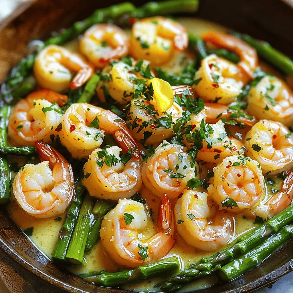 Für dieses leckere Gericht brauchst du: - 450 g große Garnelen, geschält und entdarmt - 1 Bund Spargel, die Enden abgeschnitten und in 5 cm Stücke geschnitten - 60 g ungesalzene Butter - 4 Zehen Knoblauch, fein gehackt - 1 Teelöffel rote Chiliflocken (optional, für die Schärfe) - 2 Esslöffel frischer Zitronensaft - Salz und Pfeffer nach Geschmack - 2 Esslöffel frische Petersilie, gehackt (zum Garnieren) - Garnelen: Reich an Protein, niedrig in Fett. Sie sind auch eine gute Quelle für Selen und Vitamin B12. - Spargel: Voller Ballaststoffe, Vitamine A, C, E und K. Er hat auch viele Antioxidantien. - Butter: Liefert gesunde Fette und Geschmack. In Maßen genossen, kann sie Teil einer ausgewogenen Ernährung sein. - Knoblauch: Bekannt für seine gesundheitlichen Vorteile. Er kann das Immunsystem stärken und hat antibakterielle Eigenschaften. - Zitronensaft: Reich an Vitamin C, hilft die Garnelen frisch zu halten und bringt einen tollen Geschmack. Du kannst das Rezept nach deinem Geschmack anpassen. Hier sind einige Ideen: - Garnelen ersetzen: Nutze Hähnchenbrust oder Tofu für eine andere Proteinquelle. - Gemüse variieren: Füge Brokkoli, Paprika oder Zucchini hinzu, um mehr Farbe und Nährstoffe zu bringen. - Butter variieren: Verwende Olivenöl für eine leichtere Option oder Kokosnussöl für einen anderen Geschmack. - Kräuter anpassen: Versuche Basilikum oder Koriander, um einen neuen Twist zu bekommen. Ich empfehle dir, verschiedene Kombinationen auszuprobieren. So findest du deine perfekte Mischung! Wenn du die Grundzutaten kennst, ist das ganze Kochen viel einfacher. Besuche die Full Recipe für alle Details. Zuerst holen Sie sich die Garnelen. Sie sollten groß und frisch sein. Schalen Sie sie und entfernen Sie den Darm. Das macht die Garnelen zarter und leckerer. Spülen Sie sie unter kaltem Wasser ab. Trocknen Sie sie mit einem Küchentuch. Dies hilft beim Braten. Würzen Sie die Garnelen mit Salz und Pfeffer. Das macht sie geschmackvoll. Jetzt kümmern wir uns um den Spargel. Schneiden Sie die Enden ab und schneiden Sie ihn in 5 cm Stücke. In einer großen Pfanne schmelzen Sie die Hälfte der Butter. Wenn die Butter schmilzt, geben Sie den Spargel hinein. Braten Sie ihn 4-5 Minuten lang. Der Spargel sollte zart und grün sein. Achten Sie darauf, ihn nicht zu lange zu braten. So bleibt er knackig und frisch. Nehmen Sie die Garnelen und geben Sie sie in die Pfanne mit dem Spargel. Fügen Sie den gehackten Knoblauch hinzu. Braten Sie alles für etwa eine Minute an. Der Knoblauch sollte duften, aber nicht bräunen. Geben Sie den Zitronensaft dazu und mischen Sie alles gut. So verbinden sich die Aromen. Abschließend mit frischer Petersilie garnieren. Servieren Sie die Mischung warm. Über Reis oder Pasta schmeckt es besonders gut. Wenn Sie möchten, geben Sie einen Spritzer Zitronensaft darüber. So wird das Gericht noch frischer. Für die genauen Schritte schauen Sie sich das Full Recipe an. Die richtige Temperatur ist wichtig. Braten Sie die Garnelen bei mittelhoher Hitze. So garen sie schnell und bleiben saftig. Das hilft, die zarte Textur zu bewahren. Der Spargel braucht auch diese Hitze. Er wird so knackig und behält seine Farbe. Ein häufiger Fehler ist, die Garnelen zu lange zu braten. Wenn sie zu lange in der Pfanne sind, werden sie zäh. Achten Sie darauf, dass sie rosa und undurchsichtig sind. Ein weiterer Fehler ist, den Spargel zu überkochen. Er sollte leuchtend grün und zart sein. Prüfen Sie die Zeit genau, um das beste Ergebnis zu erzielen. Für das perfekte Finish verwenden Sie frische Petersilie. Sie bringt Farbe und Aroma. Ein Spritzer Zitronensaft vor dem Servieren gibt einen frischen Kick. Wenn Sie es scharf mögen, fügen Sie mehr Chiliflocken hinzu. Das gibt dem Gericht zusätzlichen Geschmack und Wärme. {{image_4}} Wenn Sie das Gericht anpassen möchten, gibt es viele tolle Optionen. Probieren Sie Lachs oder Hähnchen statt Garnelen. Diese Proteine sind ebenfalls lecker und passen gut zu Spargel. Verwenden Sie auch Gemüse wie Brokkoli oder Zucchini, wenn Sie eine neue Note wollen. Diese Alternativen machen das Gericht spannend und vielfältig. Für ein schnelles Gericht können Sie gefrorene Garnelen verwenden. Sie sind bereits geschält und entdarmt. Das spart Zeit! Außerdem können Sie den Spargel durch gefrorenes Gemüse ersetzen. Dieses Gemüse kocht schnell und ist einfach zu handhaben. So schaffen Sie in weniger als 20 Minuten ein schmackhaftes Gericht. Für eine vegetarische Option tauschen Sie die Garnelen gegen Tofu oder Tempeh aus. Diese sind gute Proteinquellen und nehmen den Geschmack der Knoblauchbutter gut auf. Für vegane Alternativen verwenden Sie pflanzliche Butter und lassen Sie die Garnelen weg. Die Kombination aus Spargel und Knoblauch sorgt auch ohne tierische Produkte für einen tollen Geschmack. Um Reste von Knoblauchbutter Garnelen und Spargel aufzubewahren, lege sie in einen luftdichten Behälter. So bleiben die Aromen frisch. Lass das Essen vor der Lagerung auf Raumtemperatur abkühlen, um Kondenswasser zu vermeiden. Im Kühlschrank sind die Reste etwa 2 bis 3 Tage haltbar. Achte darauf, die Reste gut zu verschließen. Bei längerer Lagerung kann der Geschmack nachlassen. Wenn du die Garnelen und den Spargel gut aufbewahrst, bleibst du auf der sicheren Seite. Wenn du die Reste länger aufbewahren möchtest, kannst du sie einfrieren. Verwende einen gefriergeeigneten Behälter oder einen Beutel. So bleiben die Reste bis zu 2 Monate frisch. Zum Wiederaufwärmen, lasse sie im Kühlschrank auftauen. Dann erwärme sie in einer Pfanne bei niedriger Hitze. So bleiben die Garnelen zart und der Spargel knusprig. Die Zubereitung dauert etwa 20 Minuten. Die Vorbereitungszeit beträgt etwa 10 Minuten. Das Kochen selbst dauert nur 10 Minuten. Du kannst dieses Gericht schnell zubereiten, auch wenn du wenig Zeit hast. Perfekt für ein schnelles Abendessen! Ja, du kannst gefrorene Garnelen verwenden. Achte darauf, sie vorher gut aufzutauen. Dies hilft, die Garnelen gleichmäßig zu garen. Wenn du gefrorene Garnelen benutzt, verlängert sich die Kochzeit um einige Minuten. Sie schmecken immer noch lecker in diesem Rezept. Zu Garlic Butter Shrimp and Asparagus passen viele Beilagen. Du kannst warmen Reis oder Pasta servieren. Ein frischer Salat ergänzt die Aromen gut. Auch knuspriges Brot eignet sich hervorragend, um die köstliche Knoblauchbutter aufzufangen. Probiere verschiedene Beilagen aus, um deine perfekte Kombination zu finden! In diesem Artikel haben wir die Zutaten, Zubereitung und Tipps für das Gericht Garlic Butter Shrimp and Asparagus besprochen. Du hast eine detaillierte Liste der Zutaten gesehen und erfahren, wie du sie anpassen kannst. Die Schritt-für-Schritt-Anleitung hilft dir, die Garnelen und den Spargel perfekt zuzubereiten. Zudem zeigten wir dir Varianten und Lager Tipps für Restdaten. Denke daran, kreativ zu sein und verschiedene Beilagen auszuprobieren. So schmeckt es immer neu und spannend!