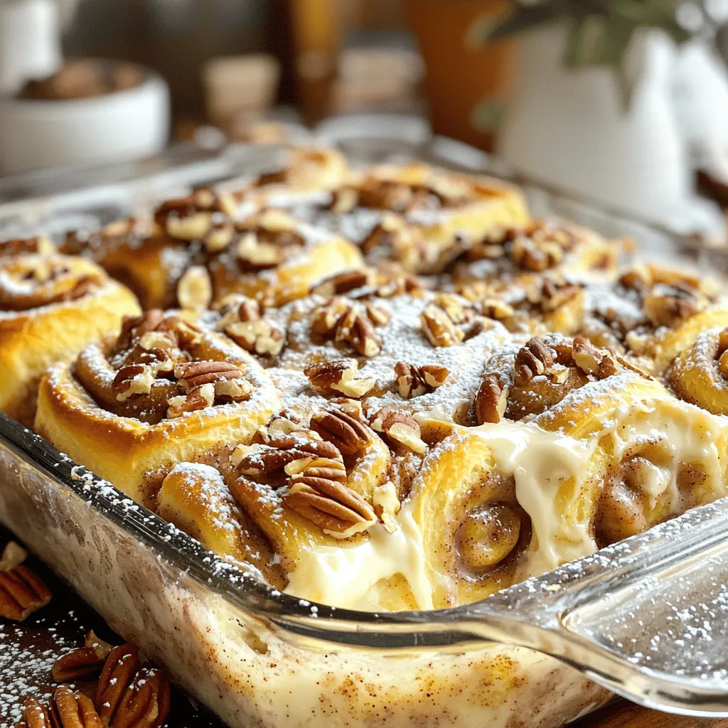 - 2 Dosen gekühlte Zimtschnecken (je 16 Stück), in Viertel geschnitten - 4 große Eier - 1 Tasse Milch - 1/2 Tasse Schlagsahne - 1 Teelöffel gemahlener Zimt - 1/2 Teelöffel Vanilleextrakt - 1/4 Tasse Ahornsirup Die Hauptzutaten sind einfach zu finden. Ich liebe die gekühlten Zimtschnecken. Sie sparen Zeit und machen den Auflauf schnell. Die Eier und die Milch geben dem Gericht eine schöne, cremige Konsistenz. Ich füge Schlagsahne hinzu, um es noch reichhaltiger zu machen. Zimt und Vanilleextrakt bringen einen tollen Geschmack. - 1/2 Tasse gehackte Pekannüsse (optional) - Frischkäse-Glasur (aus den Zimtschnecken oder selbstgemacht) Für mehr Crunch und Geschmack nutze ich oft Pekannüsse. Sie passen perfekt zu den Zimtschnecken. Frischkäse-Glasur ist eine süße Ergänzung. Ich empfehle, die Glasur direkt nach dem Backen hinzuzufügen. So bleibt der Auflauf schön saftig. Wenn du die Zimtschnecken-Auflauf-Delikatesse ausprobieren möchtest, findest du das Rezept [Full Recipe]. Heize zuerst den Ofen auf 175 °C vor. Dies stellt sicher, dass der Auflauf gleichmäßig backt. Fette dann eine 9x13 Zoll große Auflaufform leicht ein. Das verhindert, dass der Auflauf kleben bleibt. Nimm eine große Rührschüssel. Verquirle die Eier und die Milch gut miteinander. Das sorgt für die richtige Konsistenz. Füge dann gemahlenen Zimt, Vanilleextrakt und Ahornsirup hinzu. Diese Gewürze geben dem Auflauf einen tollen Geschmack. Schneide die gekühlten Zimtschnecken in Viertel. Gib sie in die Eimischung und hebe sie vorsichtig unter. Achte darauf, dass alle Stücke gut überzogen sind. Wenn du magst, füge jetzt die gehackten Pekannüsse hinzu. Sie geben dem Auflauf einen zusätzlichen Crunch. Gieße die Mischung in die vorbereitete Auflaufform. Backe den Auflauf für 25-30 Minuten. Achte darauf, dass die Oberseite goldbraun ist und die Mitte fest ist. Nimm den Auflauf aus dem Ofen und lasse ihn 5-10 Minuten abkühlen. Das verhindert, dass du dir die Zunge verbrennst. Verteile die Frischkäse-Glasur direkt über die noch warmen Zimtschnecken für einen extra leckeren Genuss. - Überbacken verhindern: Achte darauf, die Backzeit genau zu prüfen. Wenn der Auflauf zu lange im Ofen bleibt, wird er trocken. Die Oberseite sollte goldbraun sein, aber die Mitte muss noch leicht wackeln. So bleibt er saftig und lecker. - Zimtschnecken gleichmäßig verteilen: Wenn du die Zimtschnecken in der Mischung unterhebst, mach das vorsichtig. So vermeidest du, dass sie zerfallen. Achte darauf, dass jede Zimtschnecke gut mit der Eiermischung bedeckt ist. Das sorgt für gleichmäßigen Geschmack und Textur. - Variationen mit zusätzlichen Gewürzen: Probiere, etwas Muskatnuss oder Ingwer hinzuzufügen. Diese Gewürze verleihen dem Auflauf eine interessante Note. Sei kreativ und finde deinen eigenen Geschmack. - Verwendung von verschiedenen Nussarten: Pekannüsse sind toll, aber du kannst auch Walnüsse oder Mandeln verwenden. Diese Nüsse bringen einen anderen Crunch und Geschmack. Mische verschiedene Nüsse für mehr Vielfalt. Denke daran, dass es beim Kochen um Spaß und Kreativität geht. Experimentiere und finde heraus, was dir am besten schmeckt. Du kannst die Full Recipe als Grundlage nutzen und dann deine eigenen Ideen hinzufügen. {{image_4}} Um den Zimtschnecken-Auflauf vegan zu machen, können Sie einfache Anpassungen vornehmen. Ersetzen Sie die Milch und die Sahne durch pflanzliche Alternativen. Mandeldrink oder Hafermilch sind gute Optionen. Diese Milchsorten geben dem Auflauf einen milden Geschmack. Wählen Sie auch vegane Zimtschnecken, die ohne tierische Produkte hergestellt sind. Diese sind oft im Supermarkt erhältlich oder können selbst gemacht werden. So bleibt der Geschmack lecker und die Textur bleibt angenehm. Um dem Auflauf mehr Geschmack zu verleihen, können Sie zusätzliche Füllungen hinzufügen. Äpfel oder Beeren sind großartige Optionen. Sie bringen Frische und eine süße Note. Schneiden Sie die Früchte klein und mischen Sie sie unter die Zimtschnecken. Schokoladenstückchen sind ein weiterer Hit. Sie schmelzen während des Backens und geben einen tollen Schokoladengeschmack. Fügen Sie sie einfach zu der Mischung hinzu, bevor Sie den Auflauf in den Ofen stellen. Verwenden Sie diese Variationen, um Ihren Zimtschnecken-Auflauf zu personalisieren und zu genießen! Wenn Sie mehr über die Zubereitung erfahren möchten, schauen Sie sich das [Full Recipe] an. Um den Zimtschnecken-Auflauf frisch zu halten, ist eine richtige Lagerung wichtig. - Im Kühlschrank lagern: Lass den Auflauf zuerst abkühlen. Danach kannst du ihn in einen luftdichten Behälter geben. So bleibt er für bis zu drei Tage frisch. - Einfrieren und Wiederaufwärmen: Wenn du den Auflauf länger aufbewahren möchtest, kannst du ihn auch einfrieren. Schneide ihn in Portionen und packe sie in Gefrierbeutel. So bleibt er bis zu drei Monate haltbar. Zum Aufwärmen, tau die Portionen im Kühlschrank auf und erhitze sie dann im Ofen oder in der Mikrowelle. Wie lange bleibt der Auflauf frisch? Ein frisch gebackener Zimtschnecken-Auflauf hält sich im Kühlschrank etwa drei Tage. Wenn du ihn gut lagerst, bleibt der Geschmack erhalten. Um Austrocknung zu vermeiden, verwende einen luftdichten Behälter. Alternativ kannst du den Auflauf auch mit Frischhaltefolie abdecken. So bleibt er saftig und lecker. Wenn du mehr über die Zubereitung erfahren möchtest, schaue dir das Full Recipe an. Die Zubereitung des Zimtschnecken-Auflaufs dauert etwa 15 Minuten. Die Backzeit beträgt 25 bis 30 Minuten. Ingesamt sind es also rund 45 Minuten, bis du deinen köstlichen Auflauf servieren kannst. Ja, du kannst den Auflauf im Voraus zubereiten. Bereite die Mischung aus Eiern, Milch und Zimtschnecken vor, aber backe ihn nicht sofort. Decke ihn ab und stelle ihn in den Kühlschrank. So kannst du ihn am nächsten Tag einfach backen. Um den Auflauf glutenfrei zu machen, nimm glutenfreie Zimtschnecken. Viele Marken bieten diesen speziellen Teig an. Achte darauf, alle Zutaten, die du verwendest, glutenfrei zu wählen. Zu diesem Auflauf passen frische Früchte, wie Erdbeeren oder Bananen. Du kannst auch einen Joghurt dazu servieren. Ein Klecks Schlagsahne macht es noch besser. Wenn du magst, streue etwas Puderzucker darüber für einen süßen Touch. Der Zimtschnecken-Auflauf ist einfach zuzubereiten und schmeckt toll. Wir haben die besten Zutaten, die Schritt-für-Schritt-Anleitung und nützliche Tipps besprochen. Du kannst Variationen wie vegane Alternativen oder zusätzliche Füllungen ausprobieren. Auch die Lagerung ist wichtig, damit der Auflauf frisch bleibt. Denke daran, beim Backen aufmerksam zu sein und die richtigen Zutaten zu wählen. Mit diesen Tipps bereitest du einen köstlichen Auflauf, der deinen Gästen gefallen wird. Viel Spaß beim Ausprobieren!