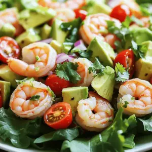 Für einen köstlichen Shrimp und Avocado Salat benötigen Sie folgende Zutaten: - 450 g Garnelen, geschält und entdarmt - 2 reife Avocados, gewürfelt - 250 g Cherrytomaten, halbiert - 1 kleine rote Zwiebel, fein gehackt - 1 Jalapeño, entkernt und fein gehackt - 2 Esslöffel frischer Koriander, gehackt - Saft von 2 Limetten - 2 Esslöffel Olivenöl - Salz und Pfeffer nach Geschmack - Mischsalat für die Servierbasis Wenn Sie frische Zutaten wählen, achten Sie auf Folgendes: - Garnelen sollten fest und glänzend sein. Vermeiden Sie welche, die einen fischigen Geruch haben. - Avocados müssen leicht nachgeben, wenn Sie sie drücken. Sie sollten nicht zu hart oder zu weich sein. - Cherrytomaten sollten leuchtend rot und fest sein. Überprüfen Sie auf braune Stellen. - Die Zwiebel muss knackig und ohne dunkle Flecken sein. - Wählen Sie frischen Koriander, der grün und ohne welkende Blätter ist. Wenn Sie Allergien haben oder bestimmte Zutaten nicht mögen, gibt es Alternativen: - Ersetzen Sie Garnelen durch gekochtes Hühnchen oder Tofu. - Verwenden Sie statt Avocado eine cremige Cashew- oder Sonnenblumenkernpaste. - Cherrytomaten können durch Paprika oder Radieschen ersetzt werden. - Wenn Sie Zwiebeln nicht vertragen, probieren Sie Frühlingszwiebeln oder ganz wegzulassen. - Für das Dressing können Sie Zitronensaft anstelle von Limettensaft verwenden. Mit diesen Tipps und Alternativen können Sie Ihren Salat ganz nach Ihrem Geschmack anpassen. Für das vollständige Rezept schauen Sie sich den Abschnitt "Full Recipe" an. Um die Garnelen perfekt zu kochen, bringe zuerst gesalzenes Wasser zum Kochen. Verwende mittelgroße Garnelen, die geschält und entdarmt sind. Füge die Garnelen ins kochende Wasser. Koche sie nur 2-3 Minuten lang. Sie sind fertig, wenn sie rosa und undurchsichtig sind. Achte darauf, die Garnelen nicht zu lange zu kochen. Das macht sie hart. Nimm die Garnelen aus dem Wasser und lege sie sofort in ein Eisbad. Das stoppt den Garprozess. Lass sie dann abtropfen und stelle sie beiseite. Für das Dressing brauchst du einen kleinen Behälter. Presse den Saft von zwei Limetten hinein. Füge zwei Esslöffel Olivenöl hinzu. Dann schmecke das Dressing mit Salz und Pfeffer ab. Rühre alles gut um, bis sich die Zutaten gut vermischen. Dieses Dressing gibt dem Salat einen frischen Geschmack. In einer großen Rührschüssel vermische die gewürfelten Avocados, halbierten Cherrytomaten, die gehackte rote Zwiebel, die fein gehackte Jalapeño und den frisch gehackten Koriander. Mische alles vorsichtig, damit die Avocados nicht zerdrückt werden. Jetzt kommen die abgekühlten Garnelen dazu. Träufle das Dressing über die Mischung und hebe alles vorsichtig um. Probiere den Salat und passe das Salz und den Pfeffer nach deinem Geschmack an. Serviere den Salat auf einem Bett aus Mischsalat für eine schöne Präsentation. Für das vollständige Rezept, schaue dir den Abschnitt "Full Recipe" an. Um perfekte Garnelen zu kochen, sollten Sie frische oder gefrorene verwenden. Kochen Sie die Garnelen in gesalzenem Wasser. Achten Sie darauf, dass sie nur 2-3 Minuten kochen. Sie sind fertig, wenn sie rosa und undurchsichtig sind. Sofort in ein Eisbad legen, um sie abzukühlen. Dies stoppt den Garprozess und hält sie zart. Avocados neigen dazu, schnell braun zu werden. Um dies zu verhindern, verwenden Sie frischen Limettensaft. Träufeln Sie etwas Saft auf die gewürfelten Avocados, bevor Sie sie vermengen. Lagern Sie die restlichen Stücke in einem luftdichten Behälter. Fügen Sie eine Zwiebel oder ein Stück Plastikfolie hinzu, um die Frische zu erhalten. So bleibt die grüne Farbe länger erhalten. Ein schöner Salat ist ein Genuss für das Auge. Verwenden Sie eine große Schüssel, um alle Zutaten gut zu vermischen. Servieren Sie den Salat auf einem Bett aus frischem Mischsalat. Dies sorgt für einen schönen Kontrast. Garnieren Sie den Salat mit frischem Koriander oder Limettenscheiben. Diese kleinen Details machen den Unterschied. Sie bringen mehr Geschmack und Farbe auf den Tisch. Ich lade Sie ein, das vollständige Rezept auszuprobieren. Genießen Sie diesen leichten und gesunden Salat! {{image_4}} Wenn Sie eine vegetarische Option möchten, ersetzen Sie die Garnelen. Tofu ist eine großartige Alternative. Schneiden Sie den Tofu in Würfel und braten Sie ihn goldbraun. Er gibt Ihnen eine ähnliche Textur. Ein weiterer Vorschlag ist, Kichererbsen zu verwenden. Sie fügen Protein hinzu und machen den Salat sättigender. Um mehr Geschmack in Ihren Salat zu bringen, probieren Sie einige exotische Zutaten. Mango passt hervorragend zu Avocado. Schneiden Sie eine reife Mango in Würfel und mischen Sie sie unter. Auch frischer Ananas kann eine süße Note geben. Für einen asiatischen Touch fügen Sie einige Scheiben Radieschen oder ein paar Nüsse hinzu. Diese Zutaten sorgen für eine spannende Geschmackskombination. Das Dressing kann den Salat stark verändern. Sie können Joghurt anstelle von Olivenöl verwenden. Das gibt dem Salat eine cremige Konsistenz. Fügen Sie etwas Knoblauch und Zitrone hinzu für mehr Geschmack. Eine Erdnusssoße ist auch eine gute Wahl. Diese bringt eine nussige Note und passt gut zu den Garnelen. Experimentieren Sie mit verschiedenen Dressings, um Ihren perfekten Geschmack zu finden. Um den frischen Geschmack Ihres Shrimp und Avocado Salats zu bewahren, lagern Sie ihn richtig. Verwenden Sie einen luftdichten Behälter. Dies verhindert, dass der Salat trocken wird oder Gerüche aufnimmt. Stellen Sie sicher, dass die Avocados nicht zerdrückt werden. Ein wenig Limettensaft auf den Avocados kann helfen, ihre Farbe zu behalten. Lagern Sie den Salat im Kühlschrank, um die Frische zu erhalten. Der Salat hält sich im Kühlschrank etwa 1 bis 2 Tage. Nach dieser Zeit kann die Qualität nachlassen. Die Avocados werden braun und die Garnelen können unappetitlich aussehen. Es ist am besten, den Salat frisch zu genießen. Wenn Sie Reste haben, essen Sie diese schnell. Achten Sie auf den Geruch und das Aussehen, um sicherzustellen, dass der Salat noch gut ist. Wenn Sie gekochte Garnelen übrig haben, können Sie diese einfrieren. Achten Sie darauf, sie in einem luftdichten Behälter oder einem Gefrierbeutel zu lagern. Drücken Sie die Luft heraus, um Gefrierbrand zu vermeiden. Die Garnelen sind bis zu 3 Monate haltbar. Zum Auftauen legen Sie sie einfach in den Kühlschrank oder tauen sie bei Raumtemperatur auf. Verwenden Sie die aufgetauten Garnelen schnell, um die beste Qualität zu sichern. Gekochte Garnelen sind bis zu drei Tage im Kühlschrank haltbar. Achten Sie darauf, die Garnelen in einem luftdichten Behälter zu lagern. So bleibt der Geschmack frisch. Wenn Sie die Garnelen länger aufbewahren möchten, können Sie sie auch einfrieren. Tiefgefrorene Garnelen sind bis zu sechs Monate haltbar. Achten Sie darauf, sie richtig zu verpacken, um Gefrierbrand zu vermeiden. Ja, Sie können den Salat im Voraus zubereiten. Es ist jedoch am besten, die Avocados erst kurz vor dem Servieren hinzuzufügen. Sie werden schnell braun und verlieren ihre schöne Farbe. Bereiten Sie die Garnelen und das Dressing im Voraus zu. Mischen Sie alles erst, wenn Sie bereit sind zu essen. So bleibt der Salat frisch und lecker. Zu Garnelen- und Avocadosalat passen leichte Getränke gut. Ein kühles Weißbier oder ein trockener Roséwein sind tolle Optionen. Auch ein spritziger Limettensaft oder ein frischer Minztee kann gut harmonieren. Diese Getränke ergänzen den frischen Geschmack des Salats und machen Ihr Essen noch angenehmer. Dieser Artikel behandelte alles, was Sie für einen köstlichen Garnelen- und Avocadosalat brauchen. Wir haben die besten Zutaten ausgewählt und Tipps gegeben, wie man frische Zutaten auswählt. Sie haben auch erfahren, wie Sie Garnelen richtig zubereiten und das Dressing mixen. Ein paar Tricks helfen Ihnen, die Avocados frisch und den Salat schön zu halten. Denken Sie daran, dass Variationen und richtige Lagerung Ihren Salat noch besser machen können. Mit diesen Tipps sind Sie bereit, Ihr Gericht zu genießen und zu teilen.