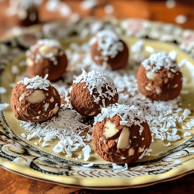 Die Hauptzutaten für die Almond Joy Energy Bites sind einfach und lecker. Sie bestehen aus: - 1 Tasse entsteinte Datteln - 1 Tasse rohe Mandeln - 1/2 Tasse ungesüßte, geraspelte Kokosnuss - 1/4 Tasse Kakaopulver - 1/4 Tasse Mandelbutter - 1 Esslöffel Ahornsirup (optional für zusätzliche Süße) - 1/2 Teelöffel Vanilleextrakt - Eine Prise Meersalz Diese Zutaten ergeben eine Mischung, die süß, nussig und schokoladig ist. Die Datteln sorgen für natürliche Süße und bringen die Bites zusammen. Mandeln geben eine knusprige Textur und gesunde Fette. Wenn du die Bites noch interessanter machen möchtest, kannst du einige Optionen hinzufügen. Überlege, etwas Zimt oder Muskatnuss für zusätzlichen Geschmack zu verwenden. Du kannst auch Proteinpulver hinzufügen, um den Nährwert zu steigern. Jede Zutat hat ihre eigenen Vorteile. Datteln sind reich an Ballaststoffen und helfen der Verdauung. Mandeln sind eine großartige Quelle für Vitamin E und gesunde Fette. Kokosnuss liefert MCTs, die dir Energie geben. Kakaopulver enthält Antioxidantien, die gut für dein Herz sind. Mandelbutter ist reich an Eiweiß und hält dich satt. Diese kleinen Bites sind nicht nur lecker, sondern auch gesund! Um die Almond Joy Energy Bites zu machen, beginne mit dem Sammeln der Zutaten. Du brauchst Datteln, Mandeln, Kokosnuss, Kakaopulver, Mandelbutter, Ahornsirup, Vanilleextrakt und Meersalz. Stelle sicher, dass die Datteln entsteint sind. Das macht die Mischung einfacher. Mische alles in einer Küchenmaschine. So wird die Arbeit viel leichter. Jetzt geht es an die Zubereitung. Gib die Datteln, Mandeln und Mandelbutter in die Küchenmaschine. Pulsieren, bis die Mischung krümelig ist. Dann füge die Kokosnuss, das Kakaopulver, den Ahornsirup, den Vanilleextrakt und das Meersalz hinzu. Mixe alles gut. Die Masse sollte klebrig und gleichmäßig sein. Forme kleine Bällchen, etwa 2,5 cm groß. Du bekommst ungefähr 12 bis 15 Bällchen. Wälze sie nach Wunsch in geraspelter Kokosnuss oder Kakaopulver. Für die perfekte Textur achte darauf, dass die Mischung gut vermengt ist. Wenn sie zu trocken ist, füge etwas mehr Mandelbutter hinzu. Ist sie zu klebrig? Dann mehr Kokosnuss oder Kakaopulver verwenden. Für die Süße kannst du den Ahornsirup nach Geschmack anpassen. Möchtest du es süßer? Füge mehr hinzu, aber teste die Mischung zuerst. Diese kleinen Tipps machen einen großen Unterschied. Für das vollständige Rezept, schau dir [Full Recipe] an. Um die besten Almond Joy Energy Bites zu machen, gibt es einige häufige Fehler. Viele Leute pürieren die Mischung zu lange. Dadurch wird sie zu flüssig. Pulsieren ist besser, um die Textur zu erhalten. Ein weiterer Fehler ist, nicht genug Datteln zu verwenden. Diese geben den Bissen die Süße. Wenn die Mischung zu trocken ist, füge mehr Datteln hinzu. Jeder hat einen anderen Geschmack, also passe die Süße an. Verwende mehr oder weniger Ahornsirup, je nach Vorliebe. Wenn du es süßer magst, starte mit einem Esslöffel mehr. Die Konsistenz ist auch wichtig. Wenn sie zu fest sind, füge einen Teelöffel Wasser hinzu. Wenn sie zu weich sind, mehr Kokosnuss oder Mandeln. Finde die perfekte Balance, die dir gefällt. Eine Küchenmaschine ist ideal für dieses Rezept. Sie macht die Arbeit schnell und einfach. Du kannst auch einen Mixer verwenden, aber achte darauf, dass er stark genug ist. Wenn du keine Maschine hast, kannst du die Zutaten auch mit einem Mörser zerdrücken. Das dauert länger, aber es geht auch. Sei kreativ und finde das Gerät, das dir am besten passt. Die vollständige Rezeptanleitung findest du in der [Full Recipe]. {{image_4}} Wenn du Allergien hast, gibt es tolle Alternativen. Du kannst die Mandeln durch Sonnenblumenkerne ersetzen. Das gibt dir eine nussfreie Option. Verwende auch eine andere Art von Butter, wie Erdnussbutter. Für Kokosnussallergiker ist geriebene Zucchini eine gute Wahl. So bleibst du sicher und kannst die Energiehappen genießen. Hast du Lust auf etwas Neues? Du kannst die Energiehappen aufpeppen. Füge einen Esslöffel Chiasamen für einen zusätzlichen Crunch hinzu. Probiere auch Zimt für mehr Wärme. Ein Hauch von Espresso-Pulver gibt dir einen Kaffeegeschmack. Wenn du Lust auf Schokolade hast, sind Schokoladenstückchen eine tolle Ergänzung. Nutze die Jahreszeiten für neue Ideen. Im Frühling kannst du frische Erdbeeren pürieren und hinzufügen. Im Sommer sind frische Minzblätter eine erfrischende Wahl. Im Herbst passen Zimt und Kürbispüree perfekt. Im Winter sind getrocknete Cranberries eine tolle Ergänzung. So bleiben deine Almond Joy Energy Bites immer spannend und lecker. Für das volle Rezept, schau dir die [Full Recipe] an. Um die Almond Joy Energy Bites frisch zu halten, lagere sie in einem luftdichten Behälter. Ein Glasbehälter eignet sich gut. Du kannst auch eine Plastikbox verwenden. Stelle sicher, dass der Deckel fest sitzt. So bleibt die Feuchtigkeit drin und die Bites bleiben weich. Diese Energiehappen halten sich im Kühlschrank bis zu einer Woche. Wenn du sie länger aufbewahren möchtest, friere sie ein. Im Gefrierfach bleiben sie bis zu drei Monate frisch. Achte darauf, sie in einer gefrierfesten Tüte zu lagern. So vermeidest du Gefrierbrand. Um die frischesten Energy Bites zu genießen, nimm nur so viele heraus, wie du brauchst. Lass die restlichen Bites im Kühlschrank. Vor dem Essen kannst du sie für ein paar Minuten bei Raumtemperatur stehen lassen. Das macht sie wieder weich und lecker. Wenn du Lust auf eine besondere Note hast, rolle die Bites vor dem Servieren in etwas extra Kokosnuss oder Kakaopulver. Almond Joy Energy Bites haben etwa 18 Gramm Kohlenhydrate pro Portion. Diese Kohlenhydrate kommen vor allem aus den Datteln und der Kokosnuss. Datteln sind süß und geben dir Energie. Du kannst die Bites mit anderen Zutaten anpassen, um den Kohlenhydratgehalt zu ändern. Ja, du kannst Datteln ersetzen. Ein guter Ersatz sind getrocknete Aprikosen oder Feigen. Diese Früchte haben ähnliche Texturen und sind süß. Wenn du keinen Zucker nutzen möchtest, probiere zerdrückte Bananen. Die Konsistenz könnte leicht anders sein, aber die Bites bleiben lecker. Ja, Almond Joy Energy Bites sind vegan. Alle Zutaten stammen von Pflanzen. Es gibt keine tierischen Produkte wie Eier oder Milch. Du kannst sie also mit gutem Gewissen genießen. Wenn du die Süße anpassen möchtest, benutze Ahornsirup, der ebenfalls vegan ist. Die Almond Joy Energy Bites sind einfach zu machen und lecker. Wir haben die Hauptzutaten, Schritt-für-Schritt-Anleitungen und nützliche Tipps durchgenommen. Auch die besten Aufbewahrungsmethoden und häufige Fragen haben wir behandelt. Du kannst die Rezepte anpassen und neue Geschmäcker ausprobieren. Denk daran, die Zutaten gut zu wählen und achte auf die perfekte Textur. Viel Spaß beim Zubereiten und Genießen deiner gesunden Snacks!