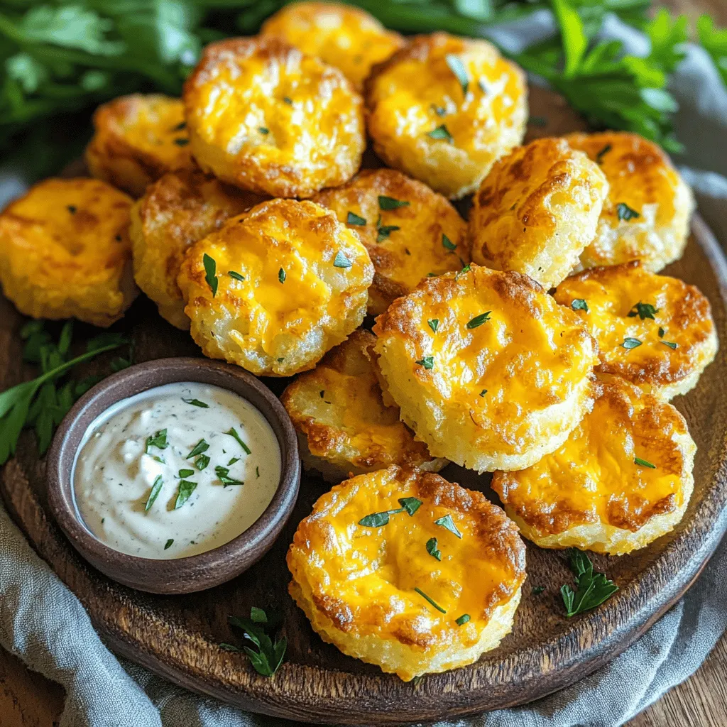 - 2 große Russet-Kartoffeln - 1 Tasse geriebener Cheddar-Käse - ½ Tasse Frischkäse - ¼ Tasse Sauerrahm - 2 Knoblauchzehen Die Hauptzutaten sind einfach und leicht zu finden. Die Kartoffeln sind die Basis. Ich bevorzuge Russet-Kartoffeln, da sie gut für das Pürieren sind. Der Cheddar-Käse bringt einen tollen Geschmack. Frischkäse und Sauerrahm machen die Puffs cremig und lecker. Der Knoblauch sorgt für ein tolles Aroma. - Zwiebelpulver und Paprika - Salz und Pfeffer - Semmelbrösel und Eier Die Gewürze sind wichtig für den Geschmack. Zwiebelpulver und Paprika geben den Kartoffelpuffs mehr Tiefe. Salz und Pfeffer sind ein Muss, um die Aromen zu verstärken. Die Semmelbrösel sorgen für eine knusprige Hülle. Die Eier helfen, dass die Puffs gut zusammenhalten. - Pflanzenöl zum Frittieren - Küchengeräte für die Vorbereitung Für die Zubereitung brauchen Sie Pflanzenöl. Es ist wichtig, das Öl gut zu erhitzen, damit die Puffs knusprig werden. Außerdem brauchen Sie einige Küchengeräte. Ein Topf zum Kochen, eine Schüssel zum Mischen und ein Kartoffelstampfer sind hilfreich. Mit diesen Zutaten und Geräten können Sie die cremigen Kartoffelpuffs zubereiten. Wenn Sie mehr Details möchten, schauen Sie sich das vollständige Rezept an. Kochen Sie die gewürfelten Kartoffeln in einem Topf mit gesalzenem Wasser. Bringen Sie das Wasser zum Kochen und lassen Sie die Kartoffeln etwa 15-20 Minuten kochen. Prüfen Sie mit einer Gabel, ob sie weich sind. Danach lassen Sie die Kartoffeln gut abtropfen und stellen sie beiseite, um abzukühlen. Pürieren Sie die abgekühlten Kartoffeln in einer Schüssel. Nutzen Sie einen Kartoffelstampfer oder eine Gabel, um eine glatte Masse zu erhalten. Fügen Sie dann die anderen Zutaten hinzu: geriebenen Cheddar-Käse, weichen Frischkäse, Sauerrahm, gehackten Knoblauch, Zwiebelpulver, Paprika sowie Salz und Pfeffer. Rühren Sie alles gut um, bis die Mischung gleichmäßig ist. Lassen Sie die Kartoffelmasse einige Minuten abkühlen. Formen Sie dann mit Ihren Händen kleine Bällchen, etwa 2,5–4 cm im Durchmesser. Bereiten Sie eine Wende-Station vor: Stellen Sie eine Schüssel mit geschlagenen Eiern und eine weitere mit Semmelbröseln bereit. Tauchen Sie jeden Kartoffelpuff zuerst in die Eier und rollen Sie ihn dann in den Semmelbröseln, bis er gut bedeckt ist. Erhitzen Sie in einer großen Pfanne das Pflanzenöl bei mittlerer Hitze. Um die Temperatur zu testen, geben Sie ein kleines Stück Brot ins Öl. Es sollte zischen. Frittieren Sie die Kartoffelpuffs in Chargen für etwa 3-4 Minuten. Achten Sie darauf, die Pfanne nicht zu überfüllen. Nehmen Sie die fertigen Puffs mit einer Schaumkelle aus dem Öl und lassen Sie sie auf Küchenpapier abtropfen. Für das vollständige Rezept schauen Sie bitte in die vorherige Sektion. - Die Kartoffeln richtig kochen. Kochen Sie die gewürfelten Kartoffeln 15-20 Minuten, bis sie weich sind. - Lassen Sie die Kartoffeln abkühlen. Dies hilft, die Struktur der Puffs zu erhalten. - Achten Sie auf die optimale Temperatur. Das Öl sollte heiß genug sein, um ein sofortiges Brutzeln zu erzeugen. - Lassen Sie die Puffs nach dem Frittieren abtropfen. Dies reduziert das überschüssige Fett und macht sie knusprig. - Kombinieren Sie die Kartoffelpuffs mit Dips. Beliebte Optionen sind Ranch-Dip oder scharfe Soße. - Richten Sie die Puffs mit frischen Kräutern an. Petersilie oder Schnittlauch setzen einen schönen Farbakzent. {{image_4}} Eine gute Möglichkeit, cremige Kartoffelpuffs zu verändern, ist das Hinzufügen von Speck oder Schinken. Diese Zutaten geben dem Gericht einen herzhaften Geschmack. Sie können auch andere Käsesorten verwenden. Gouda oder Parmesan bringen eine neue Note. Experimentieren Sie hier, um Ihre perfekte Kombination zu finden. Für eine vegetarische Option ersetzen Sie den Frischkäse durch pflanzliche Alternativen. Es gibt viele tolle Produkte, die cremig und lecker sind. Auch Gemüsezusätze sind eine schöne Idee. Fein gehackte Spinatblätter oder geraspelte Karotten passen gut in den Teig. So bleibt der Puff leicht und frisch. Wenn Sie kleine Snacks für eine Party suchen, machen Sie Mini-Kartoffelpuffs. Diese sind perfekt für Fingerfood. Sie können auch festliche Gewürzmischungen verwenden. Zum Beispiel, fügen Sie etwas Muskatnuss oder frische Kräuter hinzu. Diese Variationen machen jeden Anlass besonders. Bewahre die Kartoffelpuffs in einem luftdichten Behälter auf. Dies hilft, Feuchtigkeit zu vermeiden. Stelle sicher, dass sie vollständig abgekühlt sind, bevor du sie lagerst. So bleiben sie knusprig und frisch. Du kannst sie im Kühlschrank für etwa drei Tage aufbewahren. Wenn du die Kartoffelpuffs aufwärmen möchtest, hast du zwei Optionen: Mikrowelle oder Ofen. - Mikrowelle: Dies ist schnell, aber die Puffs können weich werden. Lege sie auf einen Teller und wärme sie in 30-Sekunden-Intervallen auf. - Ofen: Dies ist der bessere Weg, um die Knusprigkeit zu erhalten. Heize den Ofen auf 180 °C vor und lege die Puffs auf ein Backblech. Backe sie etwa 10 Minuten, bis sie warm sind. Die Haltbarkeit der Kartoffelpuffs hängt von der Lagerung ab. Achte darauf, sie richtig zu kühlen. Vermeide, sie länger als drei Tage im Kühlschrank zu lassen. Um Verderb zu vermeiden, achte auf Geruch und Aussehen. Wenn sie komisch riechen oder schimmelig sind, wirf sie weg. So kannst du sicherstellen, dass deine Snacks immer frisch und lecker sind. Die Kartoffelpuffs bleiben gut bis zu drei Tage im Kühlschrank. Lagern Sie sie in einem luftdichten Behälter. Vor dem Servieren können Sie sie im Ofen oder in der Mikrowelle aufwärmen. So bleiben sie lecker und frisch. Ja, Sie können die Kartoffelpuffs auch im Ofen machen. Heizen Sie den Ofen auf 200 Grad Celsius vor. Legen Sie die Puffs auf ein Backblech mit Backpapier. Besprühen Sie sie leicht mit Öl für eine knusprige Textur. Backen Sie sie etwa 20-25 Minuten lang, bis sie goldbraun sind. Dies ist eine gesündere Option und spart Ihnen das Frittieren. Zu den beliebten Dips gehören: - Ranch-Dip - Scharfe Soße - Sour Cream - Guacamole - Ketchup Diese Dips passen perfekt zu den cremigen Kartoffelpuffs und bringen viel Geschmack. Das Rezept für cremige Kartoffelpuffs stammt aus der traditionellen Küche, die Kartoffeln auf kreative Weise nutzt. Es vereint Einflüsse aus verschiedenen Kulturen und macht Speisen einfach und lecker. Ich habe das Rezept mit eigenen Ideen ergänzt. Für das vollständige Rezept schauen Sie sich bitte das "Vollständige Rezept" an. Die cremigen Kartoffelpuffs sind einfach zuzubereiten und beliebt bei allen. Wir haben die Hauptzutaten, die Schritte und einige nützliche Tipps behandelt. So gelingt dir der perfekte Snack oder eine Beilage. Denk daran, dass du mit den Zutaten spielen kannst, um deine eigene Note zu setzen. Lagere die Puffs richtig und genieße sie später. Das Rezept liefert nicht nur Geschmack, sondern auch Freude beim Essen. Probiere es aus, nutze deine Kreativität und teile die Kartoffelpuffs mit Freunden!