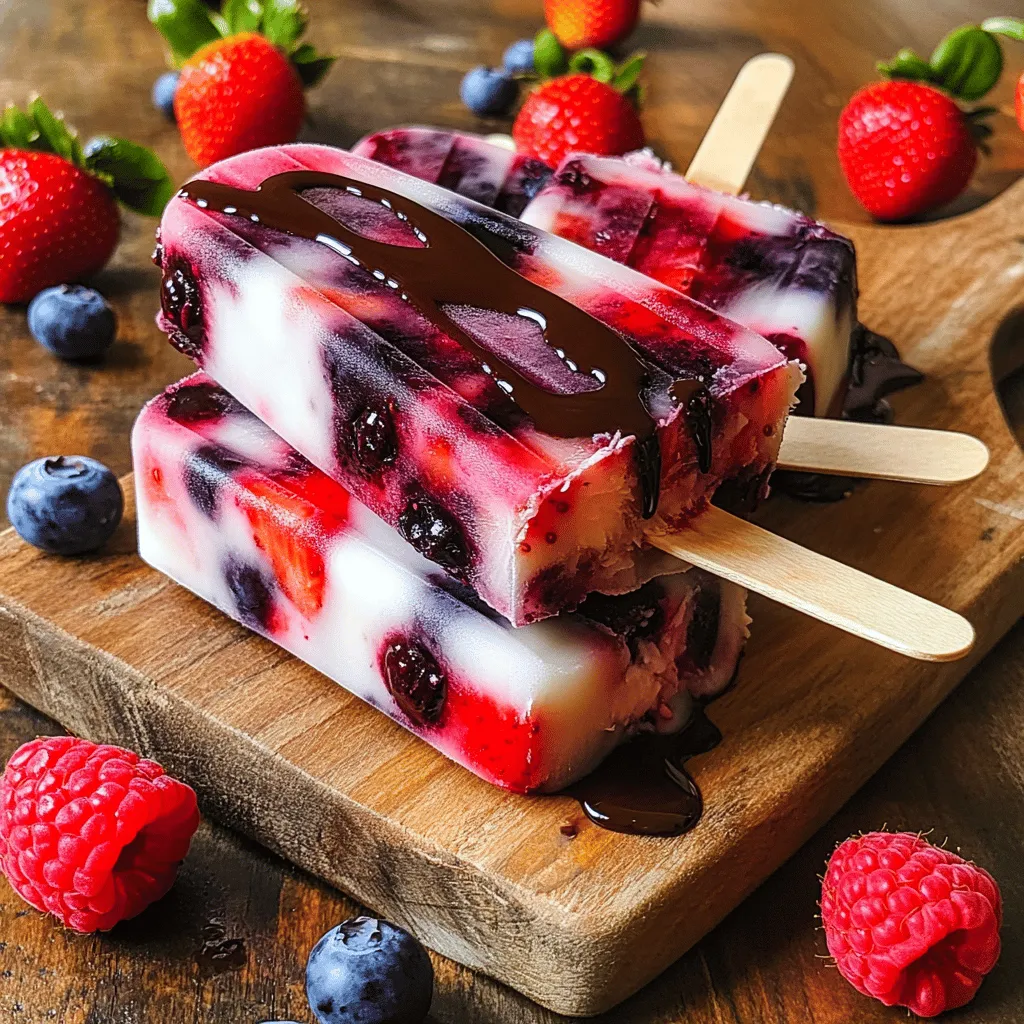 Um die perfekten Beeren-Kokos-Popsicles zuzubereiten, brauchst du folgende Zutaten: - 1 Tasse gemischte Beeren (Erdbeeren, Blaubeeren, Himbeeren) - 1 Dose (400 ml) Kokosmilch (am besten die cremige Variante) - 2 Esslöffel Honig oder Ahornsirup (nach Geschmack anpassen) - 1 Teelöffel Vanilleextrakt - Eine Prise Salz - Zusätzliche ganze Beeren zur Dekoration (optional) Frische Zutaten sind der Schlüssel zu leckeren Popsicles. Wähle reife Beeren, die süß und saftig sind. Achte darauf, dass sie keine Druckstellen haben. Kokosmilch sollte cremig sein. Sie gibt den Popsicles eine tolle Konsistenz und Geschmack. Ich empfehle, die Kokosmilch vor der Verwendung gut zu schütteln, damit sie schön gleichmäßig wird. Wenn du eine Alternative zu Honig oder Ahornsirup suchst, probiere Agavendicksaft oder Kokosblütenzucker. Diese Süßungsmittel sind leicht süß und passen gut zu den Beeren und der Kokosmilch. Beginne mit der gleichen Menge wie im Rezept genannt. Du kannst die Süße nach deinem Geschmack anpassen. So machst du die Popsicles genau nach deinem Wunsch. Um die Beerenmischung zu machen, nehme ich eine Tasse gemischte Beeren. Ich mag Erdbeeren, Blaubeeren und Himbeeren. Diese Beeren sind frisch und voller Geschmack. Ich gebe die Beeren in einen Mixer. Dann füge ich einen Esslöffel Honig oder Ahornsirup hinzu. Eine Prise Salz sorgt für mehr Geschmack. Ich püriere alles, bis die Mischung glatt ist. Es soll aber noch leicht stückig bleiben. So hat die Mischung eine gute Textur. Für die Kokosmilchschicht benutze ich eine Dose Kokosmilch. Die cremige Variante ist die beste Wahl. Ich nehme den Mixer wieder. Ich gebe die Kokosmilch hinein und füge den restlichen Esslöffel Honig oder Ahornsirup hinzu. Auch ein Teelöffel Vanilleextrakt kommt dazu. Ich püriere alles, bis die Mischung schön cremig ist. Diese Schicht ist süß und lecker. Jetzt ist es Zeit, die Popsicles zusammenzustellen. Ich fülle die Beerenmischung in die Popsicle-Formen. Die Formen sollten etwa ein Drittel voll sein. Dann gieße ich vorsichtig die Kokosmilchschicht darüber. Ich fülle die Formen bis zum Rand. Um einen schönen Marmor-Effekt zu erzielen, nehme ich einen Zahnstocher. Ich wirble vorsichtig die beiden Mischungen zusammen. Dann stecke ich die Popsicle-Stäbchen hinein und friere sie ein. Es dauert mindestens 4 bis 6 Stunden, bis sie fest sind. Um die Popsicles zu lösen, lasse ich warmes Wasser über die Formen laufen. So kann ich sie leicht herausziehen. Für die vollständige Anleitung und Details schaue dir das Full Recipe an. Um die beste Konsistenz für deine Beeren-Kokos-Popsicles zu erreichen, achte auf die richtige Mischung. Püriere die Beeren, bis sie glatt, aber etwas stückig sind. So bleibt die Frische der Früchte erhalten. Verwende cremige Kokosmilch. Diese sorgt für eine reichhaltige, samtige Textur. Wenn du magst, füge einen Spritzer Zitronensaft hinzu. Das gibt einen tollen Kontrast zur Süße. Die Präsentation macht viel aus. Serviere die Popsicles auf einem Holzbrett oder einem schönen Teller. Garniere sie mit ganzen Beeren für Farbe und Frische. Du kannst auch etwas geschmolzene Zartbitterschokolade darüber träufeln. Das sieht nicht nur toll aus, sondern schmeckt auch vorzüglich! Eine andere Idee ist, die Popsicles in einem bunten Glas zu stecken. Das macht sie noch einladender. Ein häufiger Fehler ist, die Formen zu überfüllen. Lass Platz für die Ausdehnung während des Einfrierens. Achte darauf, die Popsicles lange genug einzufrieren. Mindestens 4-6 Stunden sind nötig. Wenn du sie herausnehmen willst, benutze warmes Wasser. So lösen sie sich leichter aus den Formen. Probiere, die Popsicles nicht zu lange bei Raumtemperatur stehen zu lassen. Sie schmelzen schnell und verlieren ihre Form. {{image_4}} Du kannst viele verschiedene Früchte für deine Popsicles verwenden. Erdbeeren und Himbeeren gehen gut zusammen. Mango und Ananas bringen tropisches Flair. Auch Kiwi passt wunderbar. Kombiniere nach deinem Geschmack und entdecke neue Favoriten. Misch frische Früchte, um tolle Farben zu bekommen. Das macht deine Popsicles noch attraktiver. Für eine vegane Version kannst du Honig durch Agavendicksaft ersetzen. Das gibt dir die gleiche Süße. Achte darauf, dass die Kokosmilch auch wirklich vegan ist. Diese Popsicles sind dann für alle geeignet. Sie schmecken genauso gut und sind eine tolle Erfrischung an heißen Tagen. Neben Kokosmilch kannst du auch Mandel- oder Hafermilch verwenden. Mandelmilch gibt einen nussigen Geschmack, während Hafermilch eine süße Note hinzufügt. Probiere verschiedene Sorten aus, um deinen perfekten Popsicle zu finden. Denke daran, die Konsistenz anzupassen, wenn du andere Milchsorten verwendest. So bleiben die Popsicles cremig und lecker. Um deine Beeren-Kokos-Popsicles frisch zu halten, lege sie in einen luftdichten Behälter. Du kannst auch Frischhaltefolie um die Formen wickeln. Das schützt die Popsicles vor Gefrierbrand. Stelle sicher, dass der Behälter fest verschlossen ist. So bleiben die Aromen erhalten. Die Popsicles halten sich bis zu zwei Monate im Gefrierfach. Nach dieser Zeit können sie ihre Qualität verlieren. Achte darauf, dass sie nicht zu lange im Gefrierfach liegen. Frisch schmecken sie am besten. Um die Popsicles aufzutauen, lasse sie bei Raumtemperatur etwa fünf Minuten stehen. Alternativ kannst du sie unter warmes Wasser halten. Achte darauf, dass du sie nicht zu lange in Wasser lässt, um ein Schmelzen zu vermeiden. Wenn sie weich genug sind, kannst du sie leicht aus der Form ziehen und genießen. Die Popsicles brauchen mindestens 4 bis 6 Stunden im Gefrierfach. Wenn Sie sie über Nacht einfrieren, sind sie perfekt fest. Ich empfehle, sie länger einzufrieren, um die beste Konsistenz zu erreichen. Überprüfen Sie sie nach 4 Stunden. Wenn sie noch weich sind, lassen Sie sie weiter gefrieren. Ja, Sie können viele Früchte verwenden! Probieren Sie Mango, Kiwi oder Pfirsich aus. Diese Früchte geben den Popsicles einen tollen Geschmack. Mischen Sie Ihre Lieblingsfrüchte und passen Sie die Süße an. Achten Sie darauf, dass die Früchte reif sind für den besten Geschmack. Ja, das Rezept kann ohne Zucker gemacht werden. Verwenden Sie einfach die natürliche Süße der Früchte. Sie können auch alternative Süßungsmittel wie Stevia oder Agavendicksaft ausprobieren. Passen Sie die Menge an, um den gewünschten Geschmack zu erreichen. So bleibt es gesund und lecker! Die Beeren-Kokos-Popsicles sind einfach und lecker. Wir haben frische Zutaten gewählt und verschiedene Süßungsmittel besprochen. Du lernst, wie du die Beerenmischung sowie die Kokosmilchschicht zubereitest. Tipps helfen dir, die perfekte Konsistenz zu erreichen. Variationen zeigen dir, wie du kreativ mit Früchten und Milchsorten umgehen kannst. Achte auf die Lagerung, um die Qualität zu erhalten. Mit diesen Schritten machst du köstliche Popsicles, die jeder liebt. Viel Spaß beim Ausprobieren!