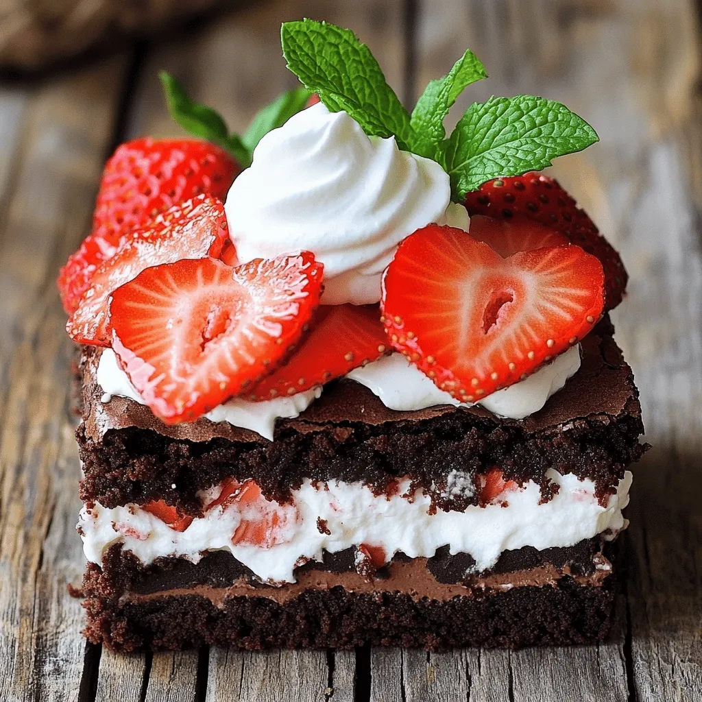 Für diesen leckeren Brownie-Erdbeer-Shortcake benötigen Sie einige Hauptzutaten. Hier sind die wichtigsten: - 1 Portion fudgy Brownies (selbstgemacht oder gekauft) - 2 Tassen frische Erdbeeren, geputzt und in Scheiben geschnitten - 1 Tasse Schlagsahne - 3 Esslöffel Puderzucker - 1 Teelöffel Vanilleextrakt - ½ Teelöffel Mandelextrakt (optional für eine elegante Note) - Frische Minzblätter zur Garnitur (optional) Diese Zutaten sorgen für den perfekten Mix aus Schokolade und frischen Früchten. Die schokoladigen Brownies geben den Grundgeschmack. Die Erdbeeren bringen Frische und Süße. Die Sahne sorgt für eine cremige Textur. Wenn Sie die Zutaten auswählen, achten Sie auf Qualität. Frische Erdbeeren sind entscheidend für den Geschmack. Wählen Sie reife, saftige Beeren aus. Sie sollten leuchtend rot und fest sein. Für die Brownies können Sie Ihr Lieblingsrezept verwenden oder hochwertige gekaufte Brownies wählen. Wenn Sie sie selbst machen, verwenden Sie gute Schokolade. Diese Auswahl beeinflusst den Geschmack stark. Die Sahne sollte frisch sein. Sie schlagen die Sahne, also verwenden Sie eine gute Qualität. Je frischer die Sahne, desto besser wird das Ergebnis. Es gibt einige Alternativen, die Sie ausprobieren können. Wenn Sie die Brownies glutenfrei machen möchten, verwenden Sie glutenfreies Mehl. Für die Erdbeeren können Sie auch andere Beeren verwenden, wie Himbeeren oder Blaubeeren. Diese geben ebenfalls eine schöne Säure und Frische. Wenn Sie die Sahne nicht verwenden möchten, probieren Sie griechischen Joghurt. Dieser ist gesünder und hat eine cremige Konsistenz. Eine spannende Variante ist, Nüsse in die Brownies zu geben. Das bringt zusätzlichen Crunch und Geschmack. Diese Alternativen machen Ihr Dessert individuell und spannend. Um die Brownies zu machen, können Sie ein einfaches Rezept verwenden oder fertige Brownies kaufen. Wenn Sie sie selbst machen, backen Sie die Brownies nach Ihrem Lieblingsrezept. Lassen Sie sie danach komplett abkühlen. Für gekaufte Brownies folgen Sie einfach den Anweisungen auf der Verpackung. Es ist wichtig, dass die Brownies abgekühlt sind. So behalten sie die perfekte Konsistenz. Für die Schlagsahne nehmen Sie eine Rührschüssel. Geben Sie die Schlagsahne, den Puderzucker, den Vanilleextrakt und den Mandelextrakt (falls gewünscht) hinein. Benutzen Sie einen elektrischen Mixer und schlagen Sie die Mischung auf mittlerer Stufe. Schlagen Sie die Sahne, bis weiche Spitzen entstehen. Dies dauert etwa 3-5 Minuten. Achten Sie darauf, die Sahne nicht zu überhitzen, da sie sonst zu fest wird. Für die Erdbeeren nehmen Sie frische, reife Erdbeeren. Schneiden Sie sie in Scheiben und geben Sie sie in eine separate Schüssel. Vermengen Sie die Erdbeeren mit einer Prise Zucker, etwa einem Esslöffel. Lassen Sie die Mischung etwa 10 Minuten stehen. Der Zucker hilft, den Saft der Erdbeeren freizusetzen und verstärkt den Geschmack. Jetzt kommt der spannende Teil! Schneiden Sie die abgekühlten Brownies in Würfel oder Rechtecke. Nehmen Sie einen Brownie und legen Sie ihn auf einen Servierteller. Geben Sie einen großzügigen Klecks geschlagener Sahne darauf. Fügen Sie dann einen Löffel der gezuckerten Erdbeeren hinzu. Wiederholen Sie den Vorgang mit weiteren Brownies, Sahne und Erdbeeren. So entsteht ein schöner, mehrschichtiger Effekt. Dekorieren Sie die Oberseite mit der restlichen geschlagenen Sahne und frischen Minzblättern. Das sieht nicht nur toll aus, sondern schmeckt auch fantastisch. Diese Schritt-für-Schritt-Anleitung hilft Ihnen, ein köstliches Brownie-Erdbeer-Shortcake zuzubereiten. Sie finden die vollständige Anleitung im Full Recipe. Um die Schlagsahne perfekt zu schlagen, ist die richtige Technik entscheidend. Beginnen Sie mit kalter Schlagsahne. Kühlen Sie auch die Schüssel und den Mixer für beste Ergebnisse. Schlagen Sie die Sahne auf mittlerer Stufe. Achten Sie darauf, die Sahne nicht zu lange zu schlagen. Wenn sie zu fest wird, ist es schwer, sie wieder weich zu machen. Stoppen Sie, wenn weiche Spitzen erscheinen. Eine kleine Prise Zucker hilft, den Geschmack zu verbessern. Achten Sie beim Backen der Brownies auf die Zeit. Überbackene Brownies werden trocken und krümelig. Nehmen Sie die Brownies aus dem Ofen, wenn sie in der Mitte noch leicht feucht sind. Lassen Sie sie dann vollständig auskühlen. Sie können einen Zahnstocher verwenden, um zu testen. Wenn er mit ein paar feuchten Krümeln herauskommt, ist es perfekt. So bleiben die Brownies fudgy und lecker. Die Präsentation macht das Dessert besonders. Servieren Sie die Brownie-Shortcakes in klaren Gläsern. So sehen die Schichten toll aus. Sie können auch frische Minze als Garnitur verwenden. Ein wenig Erdbeersaft auf dem Teller sorgt für Farbe. Für einen zusätzlichen Effekt, schichten Sie die Zutaten in einer großen Schüssel. Das sieht eindrucksvoll aus und macht das Servieren einfach. Nutzen Sie die Ideen, um Ihr Dessert stilvoll zu gestalten. Besuchen Sie auch das [Full Recipe] für mehr Details. {{image_4}} Glutenfreie Brownies sind einfach zu machen. Verwenden Sie Mandeln oder Kokosmehl. Diese Mehle geben Ihren Brownies eine tolle Textur. Eine gute Mischung ist 1:1 glutenfreies Mehl. So können Sie alle genießen. Achten Sie darauf, dass die anderen Zutaten auch glutenfrei sind. Dies macht Ihr Dessert für alle zugänglich. Erdbeeren sind klassisch, aber andere Beeren machen Spaß. Versuchen Sie Himbeeren oder Blaubeeren. Diese Beeren bringen frische Aromen. Sie können auch eine Mischung aus Beeren verwenden. Achten Sie darauf, die Beeren zu süßen. Eine Prise Zucker hilft, den Geschmack zu intensivieren. Das gibt Ihrem Dessert mehr Tiefe und Vielfalt. Wenn Sie keine Schlagsahne mögen, gibt es tolle Alternativen. Probieren Sie griechischen Joghurt für eine cremige Konsistenz. Er hat auch weniger Zucker. Oder verwenden Sie Kokoscreme für einen tropischen Geschmack. Diese Optionen sind gesund und lecker. Sie passen gut zu den Brownies und Beeren. Nutzen Sie die Full Recipe, um das perfekte Dessert zu kreieren. Um den Brownie-Erdbeer-Shortcake frisch zu halten, bewahren Sie ihn im Kühlschrank auf. Decken Sie das Dessert gut ab, damit es nicht austrocknet. Verwenden Sie Frischhaltefolie oder einen luftdichten Behälter. So bleibt die Sahne cremig und die Erdbeeren saftig. Im Kühlschrank hält sich der Brownie-Erdbeer-Shortcake etwa drei Tage. Nach dieser Zeit kann die Konsistenz nachlassen. Die Erdbeeren verlieren ihren frischen Geschmack und die Sahne kann wässern. Genießen Sie das Dessert also am besten frisch! Einfrieren ist eine gute Option, wenn Sie Reste haben. Schneiden Sie den Shortcake in Portionen. Wickeln Sie jede Portion gut in Frischhaltefolie ein und legen Sie sie in einen gefriergeeigneten Behälter. So bleibt der Geschmack erhalten. Um das Dessert aufzutauen, nehmen Sie es einfach aus dem Gefrierfach. Lassen Sie die Portionen im Kühlschrank über Nacht auftauen. Vermeiden Sie das Auftauen bei Raumtemperatur, um eine matschige Konsistenz zu verhindern. Du kannst Brownie-Erdbeer-Shortcake bis zu drei Tage im Kühlschrank aufbewahren. Achte darauf, ihn in einem luftdichten Behälter zu lagern. So bleibt die Frische der Erdbeeren erhalten. Wenn du die Schichten trennst, halten die Brownies länger. Sie können bis zu einer Woche frisch bleiben. Ja, du kannst die Zutaten leicht anpassen. Verwende Vollkornmehl für die Brownies. Ersetze den Zucker durch Honig oder einen anderen Süßstoff. Du kannst auch die Schlagsahne durch griechischen Joghurt ersetzen. Diese Änderungen machen das Dessert leichter, ohne den Geschmack zu verlieren. Um die Brownies gut zu schneiden, lass sie ganz abkühlen. Verwende ein scharfes Messer oder einen Pizzaschneider. Tauche das Messer in warmes Wasser und wische es trocken. So erhältst du saubere Schnitte. Dies hilft, die Schichten schön zu halten und macht das Servieren einfacher. In diesem Artikel haben wir alle wichtigen Zutaten für den Brownie-Erdbeer-Shortcake betrachtet. Sie wissen jetzt, wie Sie die besten Zutaten auswählen und welche Alternativen es gibt. Wir haben die Schritt-für-Schritt-Anleitung zur Zubereitung behandelt und Tipps für die perfekte Konsistenz der Sahne gegeben. Ich empfehle, mit Variationen zu experimentieren und immer zu beachten, wie man das Dessert richtig lagert. So bleibt es frisch und lecker. Genießen Sie Ihr selbstgemachtes Dessert!