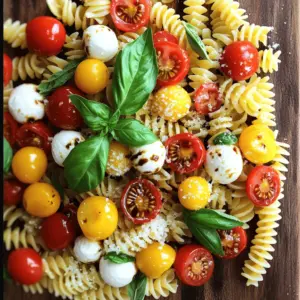 - Pasta nach Wahl (Spaghetti, Penne oder Fusilli) - Kirschtomaten - Frische Mozzarellabällchen Die Hauptzutaten sind einfach und frisch. Du kannst jede Pasta wählen, die dir gefällt. Spaghetti sind klassisch, aber Penne oder Fusilli bringen einen tollen Biss. Kirschtomaten geben der Pasta eine süße Note. Frische Mozzarellabällchen sind zart und cremig. Sie schmelzen leicht in der warmen Pasta und sorgen für ein tolles Aroma. - Natives Olivenöl extra - Balsamico-Glasur - Knoblauch, Salz und Pfeffer Für den Geschmack sind Gewürze wichtig. Natives Olivenöl extra gibt der Pasta eine feine Note. Balsamico-Glasur sorgt für eine süß-saure Tiefe. Knoblauch bringt ein tolles Aroma, während Salz und Pfeffer die Aromen hervorheben. Diese Zutaten machen den Unterschied und bringen die Aromen zum Strahlen. - Geriebener Parmesan - Weitere Kräuter oder Gewürze Optionale Zutaten sind eine schöne Ergänzung. Geriebener Parmesan fügt eine salzige, nussige Note hinzu. Du kannst auch weitere Kräuter wie Basilikum oder Oregano hinzufügen. Diese Zutaten bringen noch mehr Geschmack und machen die Pasta ganz nach deinem Wunsch. Wenn du kreativ sein willst, probiere verschiedene Kombinationen! Für das gesamte Rezept schau dir die [Full Recipe] an. Zuerst kochen wir die Pasta. Fülle einen großen Topf mit Wasser und füge Salz hinzu. Bringe das Wasser zum Kochen. Gib die Pasta in das sprudelnde Wasser. Koche sie nach der Anleitung auf der Verpackung. Sie sollte al dente sein. Das bedeutet, dass sie innen noch leicht fest ist. Bevor du das Wasser abgießt, bewahre etwa 120 ml Nudelwasser auf. Das hilft später beim Mischen. Jetzt kommt der Knoblauch. Erhitze in einer großen Pfanne das Olivenöl bei mittlerer Hitze. Füge die gehackten Knoblauchzehen hinzu. Brate sie für etwa eine Minute an. Achte darauf, dass der Knoblauch nicht verbrennt. Ein guter Geruch wird sich verbreiten. Nun ist es Zeit für die Tomaten. Gib die halbierten Kirschtomaten in die Pfanne. Lasse sie für etwa 3 bis 4 Minuten garen. Sie sollten weich werden und ihren Saft abgeben. Reduziere die Hitze dann auf niedrig. Füge die gekochte Pasta und das Nudelwasser hinzu. Mische alles gut, damit die Pasta den Geschmack aufnimmt. Jetzt kommen die letzten Zutaten. Nimm die Pfanne von der Hitze. Hebe vorsichtig die halbierten Mozzarellabällchen und die grob zerrissenen Basilikumblätter unter die Pasta. Achte darauf, dass alles gut verteilt ist. Würze nach Geschmack mit Salz und Pfeffer. Zum Schluss verfeinere die Pasta. Träufle die Balsamico-Glasur über die Mischung. Vermenge alles noch einmal leicht. So wird der Geschmack noch besser. Serviere die Pasta in Schalen. Du kannst sie nach Belieben mit geriebenem Parmesan garnieren. Diese Schritte helfen dir, die Frische und den Geschmack der Caprese Pasta perfekt zu genießen. Für das vollständige Rezept, schau dir die [Full Recipe] an. - Richtiges Nudelwasser verwenden: Bringe einen großen Topf mit Wasser zum Kochen. Füge großzügig Salz hinzu. Das Wasser sollte wie das Meer schmecken. Dies hilft, die Pasta zu würzen und den Geschmack zu verstärken. - Die Pasta nicht überkochen: Achte darauf, die Pasta al dente zu kochen. So bleibt sie bissfest und nimmt die Sauce besser auf. Probiere die Pasta ein paar Minuten vor Ende der Kochzeit. - Protein hinzufügen: Du kannst Huhn oder Garnelen in die Pasta mischen. Diese Zutaten geben dir mehr Geschmack und sättigen gut. Brate sie einfach in der Pfanne an, bevor du die Tomaten hinzufügst. - Verschiedene Käsesorten ausprobieren: Probiere andere Käsesorten wie Feta oder Ricotta. Sie bringen neue Aromen in dein Gericht. Du kannst auch eine Mischung aus verschiedenen Käsesorten verwenden. - Anrichten mit frischem Basilikum: Frische Basilikumblätter machen dein Gericht bunt und frisch. Lege sie obenauf, bevor du servierst. Das sieht nicht nur gut aus, sondern schmeckt auch großartig. - Rustikale Serviervorschläge: Serviere die Pasta auf einem rustikalen Holzbrett. Dies gibt dem Essen ein einladendes Gefühl. Füge eine kleine Schale mit Olivenöl zum Dippen hinzu. So können Gäste mehr Geschmack hinzufügen. Du kannst die Full Recipe für diese leckere Caprese Pasta leicht nachkochen und deine Freunde beeindrucken! {{image_4}} Für eine leckere vegetarische Caprese Pasta kann ich Zucchini oder Auberginen empfehlen. Diese Gemüse sind saftig und bringen tollen Geschmack. Einfach die Zucchini in Scheiben schneiden oder die Auberginen würfeln. Brate sie kurz in Olivenöl, bevor du die Kirschtomaten hinzufügst. Wenn du keinen Käse magst, ersetze den Mozzarella durch veganen Käse. Das sorgt für eine cremige Textur ohne tierische Produkte. Die Wahl der Nudeln kann den Geschmack stark beeinflussen. Ich mag Vollkornnudeln, weil sie mehr Ballaststoffe bieten. Glutenfreie Nudeln sind eine gute Wahl für Menschen mit Glutenunverträglichkeit. Probiere auch andere Pastasorten wie Farfalle oder Tagliatelle. Sie bringen Abwechslung auf den Tisch und bieten neue Texturen. Saisonale Zutaten machen das Gericht frisch und bunt. Im Sommer kannst du Paprika, Zucchini oder Erbsen verwenden. Diese Gemüse harmonieren gut mit den Kirschtomaten. Frische Kräuter wie Basilikum oder Oregano geben dem Gericht einen extra Kick. Sie verleihen der Caprese Pasta mehr Aroma und machen sie besonders lecker. Um die Frische der Caprese Pasta zu bewahren, kühlst du sie sofort ab. Lege die Reste in einen luftdichten Behälter. So bleibt der Geschmack erhalten. Im Kühlschrank hält sich die Pasta etwa drei Tage. Achte darauf, dass du die Reste nicht zu lange stehen lässt. Hier sind die besten Aufbewahrungsmethoden: - Luftdichter Behälter: Verhindert das Austrocknen. - Kühlung: Immer im Kühlschrank lagern. Du kannst die Pasta auch einfrieren. So hast du immer eine schnelle Mahlzeit bereit. Teile die Portionen auf und lege sie in Gefrierbeutel. Drücke so viel Luft wie möglich heraus. So vermeidest du Gefrierbrand. Hier sind einige Tipps zum Einfrieren: - Pasta abkühlen lassen: Vor dem Einfrieren vollständig abkühlen. - Portionsweise einfrieren: So kannst du nur das auftauen, was du brauchst. Wenn du die Pasta auftauen möchtest, lasse sie einfach im Kühlschrank über Nacht. Du kannst sie auch in der Mikrowelle auftauen. Erhitze sie dann in einer Pfanne mit etwas Olivenöl und frischen Tomaten. Die übrig gebliebene Pasta kann kreativ wiederverwendet werden. Du kannst sie in eine neue Mahlzeit verwandeln. Hier sind einige Ideen für übrig gebliebene Pasta: - Pasta-Salat: Mische die Reste mit frischem Gemüse und Dressing. - Auflauf: Schichte die Pasta mit Käse und backe sie im Ofen. Wenn du nach Rezepten zur Wiederverwendung suchst, probiere einen leckeren Auflauf oder einen bunten Pasta-Salat aus. So bleibt nichts übrig, und du genießt jeden Bissen! Um Pasta al dente zu kochen, bringe einen großen Topf mit gesalzenem Wasser zum Kochen. Füge die Pasta hinzu und achte auf die Zeit auf der Verpackung. Nach etwa zwei Minuten vor dem Ende der Kochzeit kannst du ein Stück probieren. Die Pasta sollte weich, aber noch fest sein. Es ist wichtig, die Pasta regelmäßig zu testen. So vermeidest du, dass sie zu weich wird. Ja, du kannst frische Zutaten ersetzen. Wenn du keine Kirschtomaten hast, nimm einfach normale Tomaten. Für den Käse kannst du auch Feta oder Ricotta verwenden. Wenn du frisches Basilikum nicht findest, probiere getrocknete Kräuter. Das gibt dem Gericht dennoch guten Geschmack. Du kannst die Reste der Caprese Pasta bis zu drei Tage im Kühlschrank aufbewahren. Verwende einen luftdichten Behälter. Wenn du die Pasta länger aufbewahren willst, friere sie ein. So bleibt der Geschmack bis zu drei Monate erhalten. Um sie wieder aufzutauen, lass sie einfach im Kühlschrank über Nacht. Zu Caprese Pasta passen viele Beilagen. Ein einfacher grüner Salat mit einem leichten Dressing ist eine gute Wahl. Auch geröstetes Brot oder Bruschetta machen sich gut. Als Getränk empfehle ich einen trockenen Weißwein oder Sprudelwasser mit Zitrone. Ja, du kannst die Balsamico-Glasur weglassen. Das Gericht wird dann weniger süß, aber immer noch köstlich. Du kannst auch einen Spritzer Zitronensaft verwenden, um Frische hinzuzufügen. Dies gibt dem Gericht einen anderen, aber leckeren Geschmack. Diese Anleitung hat dir gezeigt, wie du leckere Caprese-Pasta zubereitest. Du hast alles gelernt, von den Hauptzutaten bis zu den besten Kochtechniken. Denke daran, mit frischen Zutaten zu arbeiten, um den besten Geschmack zu erzielen. Nutze unsere Tipps, um deine Pastagerichte zu variieren und optimal zu präsentieren. Experimentiere mit verschiedenen Zutaten und genieße die Vielfalt. So wird jede Pasta-Mahlzeit zu einem besonderen Erlebnis. Viel Spaß beim Kochen und guten Appetit!