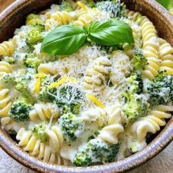 - 225 Gramm Pasta (Fusilli oder Penne) - 200 Gramm Brokkoliröschen - 240 ml Schlagsahne Die Hauptzutaten sind einfach zu finden. Pasta ist die Basis. Ich empfehle Fusilli oder Penne. Sie halten die Sauce gut. Brokkoli bringt Farbe und Nährstoffe. Schlagsahne sorgt für die cremige Textur. Sie macht das Gericht reichhaltig und lecker. - 100 Gramm frisch geriebener Parmesan - 2 Knoblauchzehen, fein gehackt - 2 Esslöffel Olivenöl Parmesan ist wichtig für den Geschmack. Er gibt der Pasta Tiefe. Knoblauch bringt Aroma und Würze. Sautiere den Knoblauch in Olivenöl. So entfaltet er sein volles Potenzial. Diese Zutaten machen das Gericht besonders. - 1 Teelöffel Zitronenschale - Salz und Pfeffer - Rote Pfefferflocken (optional, für zusätzliche Schärfe) Zitronenschale gibt Frische. Sie hebt die Aromen hervor. Salz und Pfeffer sind ein Muss. Sie bringen den Geschmack zur Geltung. Rote Pfefferflocken sind lecker, wenn du es scharf magst. Garniere die Pasta mit frischem Basilikum oder Petersilie. Das sieht schön aus und schmeckt gut. Für das vollständige Rezept, schaue dir bitte die Details zur cremigen Brokkoli-Pasta an. Um den perfekten Geschmack zu erreichen, beginne mit der Pasta. Koche 225 Gramm Fusilli oder Penne in einem großen Topf mit gesalzenem Wasser. Achte darauf, die Pasta bis zur al dente Konsistenz zu kochen. Füge in den letzten drei Minuten der Kochzeit 200 Gramm Brokkoliröschen hinzu. So bleibt der Brokkoli knackig und behält seine Farbe. Lass die Pasta und den Brokkoli abtropfen und vergiss nicht, etwa 240 ml Nudelwasser aufzuheben. Dieses Wasser hilft, die Sauce später cremiger zu machen. Erhitze zwei Esslöffel Olivenöl in demselben Topf bei mittlerer Hitze. Füge zwei fein gehackte Knoblauchzehen hinzu und brate sie für etwa eine Minute an. Der Knoblauch sollte leicht goldbraun werden und einen wunderbaren Duft verströmen. Gieße dann 240 ml Schlagsahne in den Topf und bringe alles sanft zum Köcheln. Rühre die abgeriebene Zitronenschale und die Hälfte des frisch geriebenen Parmesans ein. Rühre alles gut um, bis die Sauce cremig und glatt ist. Gib die abgetropfte Pasta und den Brokkoli zurück in den Topf. Mische alles gut durch, sodass die Sauce gleichmäßig verteilt wird. Falls die Sauce zu dick ist, füge etwas vom reservierten Nudelwasser hinzu. Würze die Mischung mit Salz, Pfeffer und optional roten Pfefferflocken für etwas Schärfe. Vermenge alles nochmals gründlich, damit sich die Gewürze gut verteilen. Serviere die cremige Brokkoli-Pasta heiß mit dem restlichen Parmesan und frischen Kräutern. Für das vollständige Rezept, schau dir die Anleitung unter dem Abschnitt „Vollständiges Rezept“ an. Eines der Geheimnisse für eine cremige Brokkoli-Pasta ist das Nudelwasser. Es enthält Stärke, die die Sauce bindet. Nach dem Kochen der Pasta, hebe etwas Nudelwasser auf. Du kannst es später nutzen, um die Sauce zu verfeinern. Wenn die Sauce zu dick ist, füge nach und nach etwas Nudelwasser hinzu. So erhältst du die perfekte Konsistenz. Wenn du die Sauce anpassen willst, denke an die Menge der Schlagsahne. Mehr Sahne macht die Sauce reichhaltiger. Weniger führt zu einer leichteren Variante. Um den Geschmack zu verbessern, probiere verschiedene Gewürze aus. Ein Hauch Muskatnuss passt gut zur Sahne. Auch frische Kräuter, wie Thymian oder Oregano, bringen Tiefe. Du kannst auch andere Gemüsesorten hinzufügen. Zucchini, Erbsen oder Spinat funktionieren gut. Diese Gemüse geben mehr Farbe und Nährstoffe. Mische sie einfach mit dem Brokkoli. Vorbereitung ist der Schlüssel, um Zeit zu sparen. Du kannst die Pasta und den Brokkoli im Voraus kochen. Bewahre sie im Kühlschrank auf. So bist du bereit, die Pasta schnell zuzubereiten. Eine Etagere-Kochmethode hilft auch. Koche die Pasta und das Gemüse gleichzeitig in einem großen Topf. So sparst du Zeit und Energie. Für das vollständige Rezept, schaue dir [Full Recipe] an. {{image_4}} Wenn du eine vegane Version der cremigen Brokkoli-Pasta machen möchtest, gibt es einfache Wege. Du kannst pflanzliche Sahne anstelle von Schlagsahne verwenden. Diese gibt der Sauce die gleiche Cremigkeit. Für den Käse kannst du veganen Parmesan oder Hefeflocken nutzen. Diese Optionen geben einen tollen Geschmack. Außerdem ist glutenfreie Pasta eine großartige Option. Du kannst Pasta aus Reis oder Kichererbsen verwenden. So bleibt das Gericht für alle geeignet. Möchtest du mehr Protein in deine Mahlzeit? Dann füge Hähnchen oder Garnelen hinzu. Koche sie einfach separat und mische sie unter die Pasta. So erhältst du einen nahrhaften Biss. Für eine vegetarische Option ist Tofu ideal. Schneide den Tofu in kleine Stücke und brate ihn an. Danach gibst du ihn in die Pasta. So hast du eine leckere proteinreiche Variante. Die Verwendung von frischem Gemüse macht das Gericht lebendig. Du kannst Spargel, Erbsen oder Spinat hinzufügen. Diese Zutaten sind nicht nur gesund, sondern auch farbenfroh. Denke auch an saisonale Kräuter. Frisches Basilikum oder Petersilie bringen einen frischen Geschmack. Dies macht die Pasta noch schmackhafter. Nutze die Vielfalt der Jahreszeiten, um dein Gericht anzupassen. Für das vollständige Rezept schau dir die Anleitung zur cremigen Brokkoli-Pasta an. Um deine Reste der cremigen Brokkoli-Pasta frisch zu halten, lagere sie in einem luftdichten Behälter. Achte darauf, die Pasta innerhalb von zwei Stunden nach dem Kochen zu kühlen. So vermeidest du Bakterien. Im Kühlschrank bleibt die Pasta bis zu drei Tage gut. Wenn du mehr Zeit brauchst, kannst du die Reste auch einfrieren. Das klappt am besten in Portionen, die du leicht auftauen kannst. Die beste Methode, um die Reste aufzuwärmen, ist die Mikrowelle oder der Herd. Wenn du die Mikrowelle nutzt, erwärme die Pasta in kurzen Intervallen. So wird sie gleichmäßig warm. Beim Aufwärmen auf dem Herd gib etwas Wasser oder Brühe hinzu. So bleibt die Pasta saftig und trocknet nicht aus. Achte darauf, die Pasta nicht zu lange zu erhitzen. Cremige Brokkoli-Pasta hält sich im Kühlschrank bis zu drei Tage. Wenn du die Pasta einfrierst, kann sie bis zu drei Monate halten. Anzeichen von Verderb sind ein unangenehmer Geruch oder eine matschige Konsistenz. Wenn du dir unsicher bist, wirf die Pasta lieber weg. So bleibst du auf der sicheren Seite. Um die klassische cremige Brokkoli-Pasta zu machen, folge diesen einfachen Schritten: 1. Pasta kochen: Bringe einen großen Topf mit gesalzenem Wasser zum Kochen. Koche 225 Gramm Pasta, bis sie al dente ist. Füge 200 Gramm Brokkoli in den letzten 3 Minuten des Kochens hinzu. 2. Abtropfen: Lass die Pasta und den Brokkoli abtropfen. Vergiss nicht, 240 ml Nudelwasser aufzuheben. 3. Salsa zubereiten: Erhitze 2 Esslöffel Olivenöl in demselben Topf. Brate 2 fein gehackte Knoblauchzehen kurz an. 4. Sahne hinzufügen: Gieße 240 ml Schlagsahne dazu. Lass es leicht köcheln und füge 1 Teelöffel Zitronenschale sowie 100 Gramm frisch geriebenen Parmesan hinzu. 5. Vermengen: Gib die abgetropfte Pasta und den Brokkoli in den Topf. Mische alles gut und füge bei Bedarf etwas Nudelwasser hinzu. 6. Würzen: Schmecke die Mischung mit Salz, Pfeffer und optional roten Pfefferflocken ab. 7. Servieren: Garniere die Pasta mit dem restlichen Parmesan und frischem Basilikum. Ja, du kannst die Pasta im Voraus zubereiten. Koche die Pasta und den Brokkoli wie beschrieben. Lass sie dann abkühlen. Du kannst sie in einem luftdichten Behälter im Kühlschrank aufbewahren. - Aufbewahrung: So bleiben die Aromen frisch. Du kannst die Pasta bis zu 3 Tage aufbewahren. - Aufwärmen: Erwärme sie in einer Pfanne mit etwas Olivenöl oder Wasser, um die Creme wieder geschmeidig zu machen. Cremige Brokkoli-Pasta passt gut zu verschiedenen Beilagen. Hier sind einige Vorschläge: - Salat: Ein frischer grüner Salat passt gut dazu. - Brot: Knuspriges Brot oder Focaccia ergänzt die Mahlzeit. - Gemüse: Gegrilltes Gemüse bringt zusätzliche Farben und Aromen. Das vollständige Rezept findest du hier: [Vollständiges Rezept: Cremige Brokkoli-Pasta 🥦](#). Die cremige Brokkoli-Pasta ist einfach zuzubereiten und voller Geschmack. Wir haben die Hauptzutaten wie Pasta, Brokkoli und Schlagsahne erklärt. Ich habe auch Tipps zur perfekten Konsistenz und zur Aufbewahrung der Reste gegeben. Variationen wie vegane Optionen und zusätzliche Proteinquellen bieten viele Möglichkeiten. Nutze die Ideen, um deine Pasta anzupassen. Genieße dieses Gericht und teile es mit anderen! Direktes Kochen macht Spaß und du wirst schnell zum Pasta-Profi!