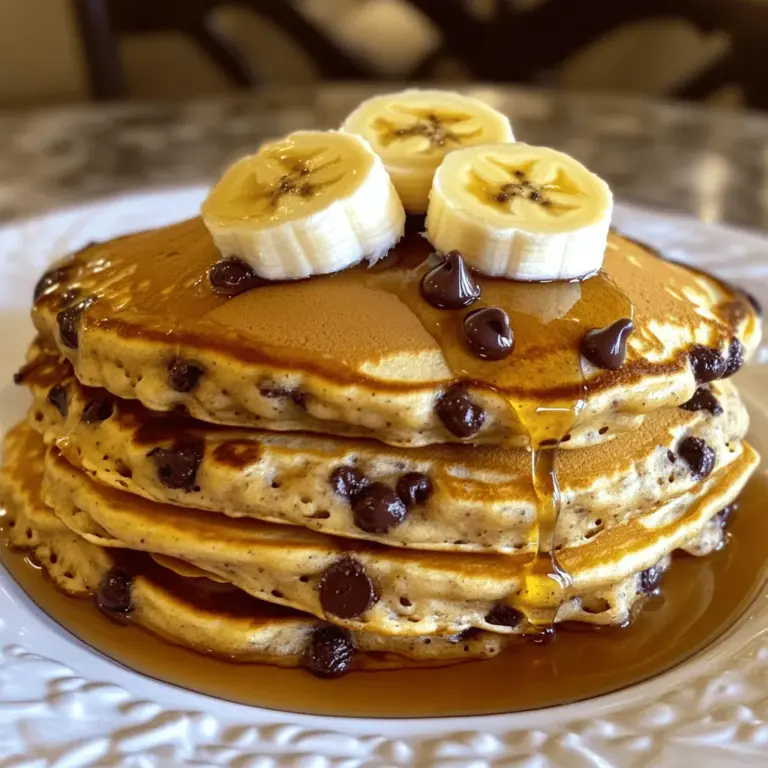 Um die besten Bananen Schokoladenstückchen Pfannkuchen zu machen, brauchst du folgende Zutaten: - 1 Tasse Weizenmehl (allzweck) - 2 Esslöffel Zucker - 1 Esslöffel Backpulver - 1/2 Teelöffel Salz - 1 reife Banane, zerdrückt - 1 Tasse Milch (Milch oder pflanzlich) - 1 großes Ei - 2 Esslöffel geschmolzene Butter oder Kokosöl - 1/2 Tasse Schokoladenstückchen - 1/2 Teelöffel Vanilleextrakt - Extra Butter oder Öl zum Braten Wenn du keine bestimmte Zutat hast, keine Sorge! Hier sind einige Optionen: - Ersetze Weizenmehl durch Vollkornmehl oder glutenfreies Mehl. - Verwende Honig oder Agavendicksaft anstelle von Zucker. - Für eine vegane Variante, nutze pflanzliche Milch und lasse das Ei weg. Du kannst auch einen Esslöffel Apfelmus als Ei-Ersatz verwenden. - Nutze Zartbitterschokolade oder weiße Schokolade für andere Geschmäcker. Frische Zutaten verbessern den Geschmack. Hier sind einige Tipps: - Wähle reife Bananen. Sie sollten braun und weich sein, damit sie süß sind. - Verwende frische Eier. Sie sollten nicht abgelaufen sein. - Achte darauf, dass das Backpulver frisch ist. Überprüfe das Haltbarkeitsdatum. - Lagere Milch und Butter im Kühlschrank, um ihre Frische zu bewahren. Für das komplette Rezept, schau dir die [Full Recipe] an. Zuerst brauchst du alle Zutaten. Du solltest Weizenmehl, Zucker, Backpulver, Salz, Banane, Milch, ein Ei, geschmolzene Butter, Schokoladenstückchen und Vanilleextrakt bereitstellen. Achte darauf, dass die Banane reif ist. Eine reife Banane hat einen süßen Geschmack und macht die Pfannkuchen lecker. Du kannst auch eine große Schüssel und einen Schneebesen oder eine Gabel zur Hand nehmen. Beginne damit, das Mehl, den Zucker, das Backpulver und das Salz in einer Schüssel zu vermischen. Rühre diese trockenen Zutaten gut um. In einer anderen Schüssel zerdrücke die reife Banane. Füge dann die Milch, das Ei, die geschmolzene Butter und den Vanilleextrakt hinzu. Mische alles gründlich. Gib die feuchten Zutaten vorsichtig zu den trockenen Zutaten. Rühre nur, bis alles vermischt ist. Es ist okay, wenn der Teig klumpig bleibt. Das macht die Pfannkuchen fluffig. Zum Schluss hebe die Schokoladenstückchen in den Teig. Erhitze eine beschichtete Pfanne auf mittlerer Hitze. Gib etwas Butter oder Öl hinein, um die Pfanne leicht zu fetten. Für jeden Pfannkuchen nimm etwa 1/4 Tasse des Teigs. Gieße den Teig in die Pfanne. Backe die Pfannkuchen für 2-3 Minuten, bis sich Blasen bilden. Wenn die Ränder fest aussehen, wende die Pfannkuchen. Backe die andere Seite für weitere 2-3 Minuten. Sie sollten goldbraun sein. Lege die fertigen Pfannkuchen auf einen Teller und halte sie warm. Wiederhole diesen Schritt, bis der gesamte Teig aufgebraucht ist. Serviere die Pfannkuchen warm mit deinen Lieblingsbelägen. Du kannst Bananenscheiben, mehr Schokoladenstückchen oder Sirup verwenden. Die Konsistenz des Teigs ist wichtig. Du willst einen dicken, aber nicht zu festen Teig. Zu viel Rühren macht die Pfannkuchen hart. Mische die trockenen und feuchten Zutaten nur so lange, bis sie zusammenkommen. Es dürfen Klumpen bleiben. Die zerdrückte Banane gibt dem Teig Feuchtigkeit und Süße. Die Temperatur ist entscheidend. Stelle die Pfanne auf mittlere Hitze. Wenn die Pfanne zu heiß ist, brennen die Pfannkuchen außen an, während sie innen roh bleiben. Ein Tropfen Wasser sollte in der Pfanne zischen. Das zeigt, dass die Hitze gut ist. Warte, bis sich Blasen auf der Oberfläche bilden. Dann sind die Pfannkuchen bereit zum Wenden. Das dauert etwa 2-3 Minuten. Drehe sie vorsichtig um. Backe die andere Seite, bis sie goldbraun ist. So werden sie perfekt. Für eine komplette Anleitung schaue dir das Full Recipe an. {{image_4}} Du kannst die Pfannkuchen glutenfrei machen. Ersetze das Weizenmehl durch eine glutenfreie Mischung. Achte darauf, dass die Mischung Bindemittel enthält. Das macht die Pfannkuchen fluffig und lecker. Möchtest du etwas Abwechslung? Füge Nüsse oder Beeren zum Teig hinzu. Walnüsse oder Heidelbeeren passen gut. Auch eine Prise Zimt kann den Geschmack verbessern. Für vegane Pfannkuchen nimm pflanzliche Milch und ersetze das Ei. Du kannst 1/4 Tasse Apfelmus oder eine Banane verwenden. Das ergibt einen tollen, feuchten Teig. Verwende Kokosöl statt Butter für extra Geschmack. Diese Variationen machen deine Bananen Schokoladenstückchen Pfannkuchen noch spannender. Probiere sie aus und finde deine Lieblingskombination! Um deine Bananen Schokoladenstückchen Pfannkuchen frisch zu halten, lass sie zuerst abkühlen. Lege sie dann in einen luftdichten Behälter. So bleiben sie weich und lecker. Du kannst sie bis zu drei Tage im Kühlschrank aufbewahren. Wenn du sie länger lagern möchtest, friere sie ein. Wickel jeden Pfannkuchen in Frischhaltefolie. So bleiben sie frisch bis zu zwei Monate. Wenn du die Pfannkuchen aufwärmen möchtest, gibt es einige einfache Möglichkeiten. Du kannst sie in der Mikrowelle aufwärmen. Stelle die Mikrowelle auf 30 Sekunden und prüfe, ob sie warm sind. Du kannst sie auch in einer Pfanne bei schwacher Hitze aufwärmen. So werden sie schön knusprig. Vergiss nicht, etwas Butter oder Öl in die Pfanne zu geben. Die besten Aufbewahrungsmöglichkeiten sind luftdichte Behälter oder Gefrierbeutel. Für den Kühlschrank sind Glas- oder Plastikbehälter ideal. Achte darauf, dass die Pfannkuchen nicht übereinander liegen. Das verhindert, dass sie zusammenkleben. Im Gefrierbeutel kannst du die Pfannkuchen flach lagern. So sparst du Platz im Gefrierfach. Um die besten Bananen Schokoladenstückchen Pfannkuchen zu machen, beginne mit reifen Bananen. Je reifer die Banane, desto süßer der Teig. Mische die trockenen Zutaten gut. Achte darauf, die feuchten Zutaten nicht zu stark zu rühren. Ein paar Klümpchen sind in Ordnung. Das sorgt für fluffige Pfannkuchen. Brate sie bei mittlerer Hitze, bis sie goldbraun sind. Ja, du kannst die Schokoladenstückchen weglassen. Die Pfannkuchen schmecken auch ohne sie lecker. Du kannst stattdessen Nüsse oder getrocknete Früchte hinzufügen. Das gibt den Pfannkuchen einen neuen Geschmack. Du kannst diese Pfannkuchen in vielen Cafés und Restaurants finden. Viele Frühstücksorte bieten sie an. Schau in der Karte nach „Bananenpfannkuchen“ oder „Schokoladenstückchenpfannkuchen“. Wenn du sie selbst machst, kannst du sie jederzeit genießen. Eine Portion dieser Pfannkuchen hat etwa 200-250 Kalorien. Die genaue Anzahl hängt von den Zutaten ab. Wenn du weniger Zucker oder Butter verwendest, sinkt die Kalorienzahl. Zu Bananen Schokoladenstückchen Pfannkuchen passen viele Beläge. Ahornsirup ist ein Klassiker. Frische Bananen und zusätzliche Schokoladenstückchen sind auch toll. Probier auch Joghurt oder Schlagsahne. Sie machen die Pfannkuchen noch leckerer. Bananen Schokoladenstückchen Pfannkuchen sind lecker und einfach zuzubereiten. Wir haben Zutaten, Anleitungen und Tipps behandelt. Denke daran, frische Zutaten zu verwenden und die Pfanne richtig einzustellen. Variiere das Rezept nach deinen Vorlieben, ob glutenfrei oder vegan. Lagere die Reste gut, damit du später genießen kannst. Zusammengefasst, mache dir dein eigenes Frühstücksvergnügen, das allen schmeckt!