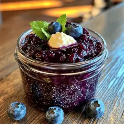 Für die Blaubeer-Chia-Samen-Marmelade benötigst du folgende Zutaten: - 2 Tassen frische Blaubeeren (oder gefrorene, aufgetaut) - 1/4 Tasse Honig oder Ahornsirup (nach Belieben anpassen) - 2 Esslöffel Chia-Samen - 1 Esslöffel Zitronensaft - 1/2 Teelöffel Vanilleextrakt - Eine Prise Salz Diese Zutaten sind einfach zu finden. Du kannst die Marmelade schnell zubereiten. Falls du keine Chia-Samen hast, kannst du Leinsamen verwenden. Sie haben ähnliche Eigenschaften. Wenn du keinen Honig magst, nutze Agavendicksaft. Auch Puderzucker ist eine Option. Für eine fruchtigere Note kannst du Limettensaft statt Zitronensaft nehmen. Experimentiere ruhig mit diesen Alternativen. Wähle frische Blaubeeren, die prall und fest sind. Sie sollten einen tiefen Farbton haben. Achte darauf, dass sie keine Druckstellen zeigen. Gefrorene Blaubeeren sind auch gut, wenn sie hochwertig sind. Überprüfe das Haltbarkeitsdatum. Mit frischen oder gefrorenen Blaubeeren gelingt deine Marmelade perfekt. Die Zubereitung dieser Marmelade ist einfach und macht Spaß. Du wirst sicher gerne mit den Zutaten experimentieren. Schau dir auch das Full Recipe an, um alle Schritte zu erfahren. Die Vorbereitungszeit für die Blaubeer-Chia-Samen-Marmelade liegt bei 10 Minuten. Sie benötigen: - Einen mittleren Topf - Eine Gabel oder Kartoffelstampfer - Ein sauberes Glas oder einen luftdichten Behälter 1. Geben Sie die frischen oder gefrorenen Blaubeeren in den Topf. Fügen Sie den Honig oder Ahornsirup hinzu. 2. Erhitzen Sie alles bei mittlerer Hitze. Rühren Sie vorsichtig. Dies dauert etwa 5 Minuten. 3. Wenn die Blaubeeren weich sind, pürieren Sie sie mit einer Gabel oder einem Kartoffelstampfer. 4. Fügen Sie die Chia-Samen, den Zitronensaft, den Vanilleextrakt und das Salz hinzu. 5. Lassen Sie die Mischung sanft aufkochen. Reduzieren Sie dann die Hitze auf niedrig. 6. Lassen Sie die Marmelade 10 Minuten köcheln. Rühren Sie gelegentlich um. 7. Nehmen Sie den Topf vom Herd. Lassen Sie die Marmelade 10-15 Minuten abkühlen. 8. Übertragen Sie die Marmelade in ein Glas oder einen Behälter. Lassen Sie sie auf Raumtemperatur abkühlen. 9. Decken Sie die Marmelade ab und stellen Sie sie in den Kühlschrank. Sie bleibt dort bis zu 2 Wochen frisch. - Achten Sie darauf, die Blaubeeren gut zu pürieren. So wird die Marmelade schön cremig. - Probieren Sie die Marmelade während des Kochens. Passen Sie den Süßstoff nach Ihrem Geschmack an. - Verwenden Sie frische, reife Blaubeeren für den besten Geschmack. - Lassen Sie die Marmelade länger stehen, wenn Sie eine dickere Konsistenz wünschen. Für die vollständige Anleitung und weitere Tipps schauen Sie sich das Full Recipe an. Ein häufiger Fehler ist, die Blaubeeren zu lange zu kochen. Das macht sie matschig und übermäßig süß. Rühren Sie die Mischung vorsichtig, um eine gute Konsistenz zu erreichen. Achten Sie darauf, die Chia-Samen nicht zu früh hinzuzufügen. Wenn Sie sie zu früh hinzufügen, können sie nicht richtig quellen. Lassen Sie die Marmelade nach dem Kochen abkühlen. Sie wird beim Abkühlen dicker. Um den Geschmack zu verbessern, probieren Sie frische Kräuter. Minze oder Basilikum geben einen frischen Kick. Ein Spritzer Zitrone hebt die Fruchtigkeit hervor. Wenn Sie es gerne süßer mögen, fügen Sie mehr Honig oder Ahornsirup hinzu. Vanilleextrakt bringt eine schöne Tiefe in das Aroma. Experimentieren Sie mit verschiedenen Kombinationen, um Ihre perfekte Marmelade zu finden. Diese Marmelade ist sehr vielseitig. Sie passt perfekt auf Toast oder in Pancakes. Verwenden Sie sie auch in Joghurt oder Quark für ein gesundes Frühstück. Sie können sie als Füllung für Gebäck nutzen oder in Smoothies mischen. Diese Marmelade macht jedes Gericht leckerer. Sie können sie sogar als Topping für Eis verwenden. Entdecken Sie neue Wege, um diese Blaubeer-Chia-Samen-Marmelade in Ihre Rezepte einzubinden. {{image_4}} Du kannst viele Früchte für die Marmelade nutzen. Erdbeeren, Himbeeren und Pfirsiche sind tolle Alternativen. Diese Früchte bringen unterschiedliche Aromen mit. Sie sind auch einfach zu finden. Achte darauf, die Menge der Chia-Samen und des Süßungsmittels anzupassen. Zum Beispiel, Himbeeren sind süßer, also weniger Honig nötig. Experimentiere mit deinen Lieblingsfrüchten und finde deinen perfekten Geschmack! Honig und Ahornsirup sind klassisch, aber du kannst auch andere Süßstoffe ausprobieren. Kokosblütenzucker gibt einen einzigartigen Geschmack. Agavendicksaft ist eine gute Option für Veganer. Wenn du es ganz zuckerfrei magst, nutze Stevia oder Erythrit. Diese Süßstoffe haben weniger Kalorien. Denke daran, die Menge je nach Süßkraft anzupassen. So bleibt die Marmelade lecker und gesund! Gewürze machen die Marmelade spannend! Eine Prise Zimt oder Muskatnuss kann viel bewirken. Vanilleextrakt ist auch eine tolle Ergänzung. Es gibt deiner Marmelade eine warme Note. Wenn du es fruchtiger magst, füge etwas Ingwer hinzu. Ein Spritzer Zitrone bringt Frische. Probiere verschiedene Kombinationen aus. So kreierst du deine ganz eigene Marmelade! Für das vollständige Rezept, schau dir die [Full Recipe] an. Um die Frische der Blaubeer-Chia-Samen-Marmelade zu sichern, stelle sie in den Kühlschrank. Nutze ein sauberes Glas oder einen luftdichten Behälter. Achte darauf, dass der Behälter gut verschlossen ist. So bleibt die Marmelade frisch. Lagere sie immer im kältesten Teil des Kühlschranks. Dadurch hält sie länger und schmeckt besser. Die Marmelade bleibt im Kühlschrank bis zu zwei Wochen haltbar. Achte auf Veränderungen in Duft oder Farbe. Wenn du die Marmelade länger aufbewahren möchtest, friere sie ein. Verwende dafür einen gefrierfesten Behälter. So bleibt der Geschmack erhalten. Du kannst die Marmelade auch in Eiswürfelformen einfrieren. So portionierst du sie einfach. Eingefrorene Blaubeeren sind eine gute Wahl. Sie sind das ganze Jahr über verfügbar. Verwende sie direkt aus dem Gefrierfach. Du musst sie nicht auftauen, wenn du die Marmelade zubereitest. Beachte, dass die Marmelade etwas flüssiger sein kann. Das liegt am zusätzlichen Wasser, das beim Kochen entsteht. Probiere es aus, um den besten Geschmack zu finden. Die Blaubeer-Chia-Samen-Marmelade hält sich bis zu zwei Wochen im Kühlschrank. Lagern Sie die Marmelade in einem sauberen Glas oder einem luftdichten Behälter. Achten Sie darauf, dass das Glas gut verschlossen ist. So bleibt die Marmelade frisch und lecker. Ja, Sie können die Marmelade auch ohne Zucker machen. Verwenden Sie stattdessen Honig oder Ahornsirup. Diese Alternativen geben der Marmelade Süße, ohne raffinierten Zucker zu nutzen. Sie können die Menge des Süßungsmittels nach Ihrem Geschmack anpassen. Blaubeeren sind reich an Antioxidantien. Sie helfen, den Körper zu schützen. Außerdem enthalten sie Vitamine und Mineralien, die gut für Ihr Herz sind. Chia-Samen sind eine gute Quelle für Ballaststoffe und Omega-3-Fettsäuren. Sie fördern die Verdauung und die Gesundheit des Herzens. Diese Zutaten machen Ihre Marmelade nicht nur lecker, sondern auch gesund. Die Blaubeer-Chia-Samen-Marmelade ist einfach und lecker. Wir haben die Zutaten, die Zubereitung und wichtige Tipps durchgenommen. Es ist wichtig, gute Blaubeeren auszuwählen und häufige Fehler zu vermeiden. Die Variationen zeigen, dass man kreativ sein kann. Halten Sie die Marmelade richtig und beachten Sie die Haltbarkeit. Jetzt sind Sie bereit, Ihre eigene Marmelade zu machen! Genießen Sie den fruchtigen Geschmack und die gesunden Vorteile der Blaubeeren und Chia-Samen. Machen Sie es sich und Ihrer Familie schmecken!