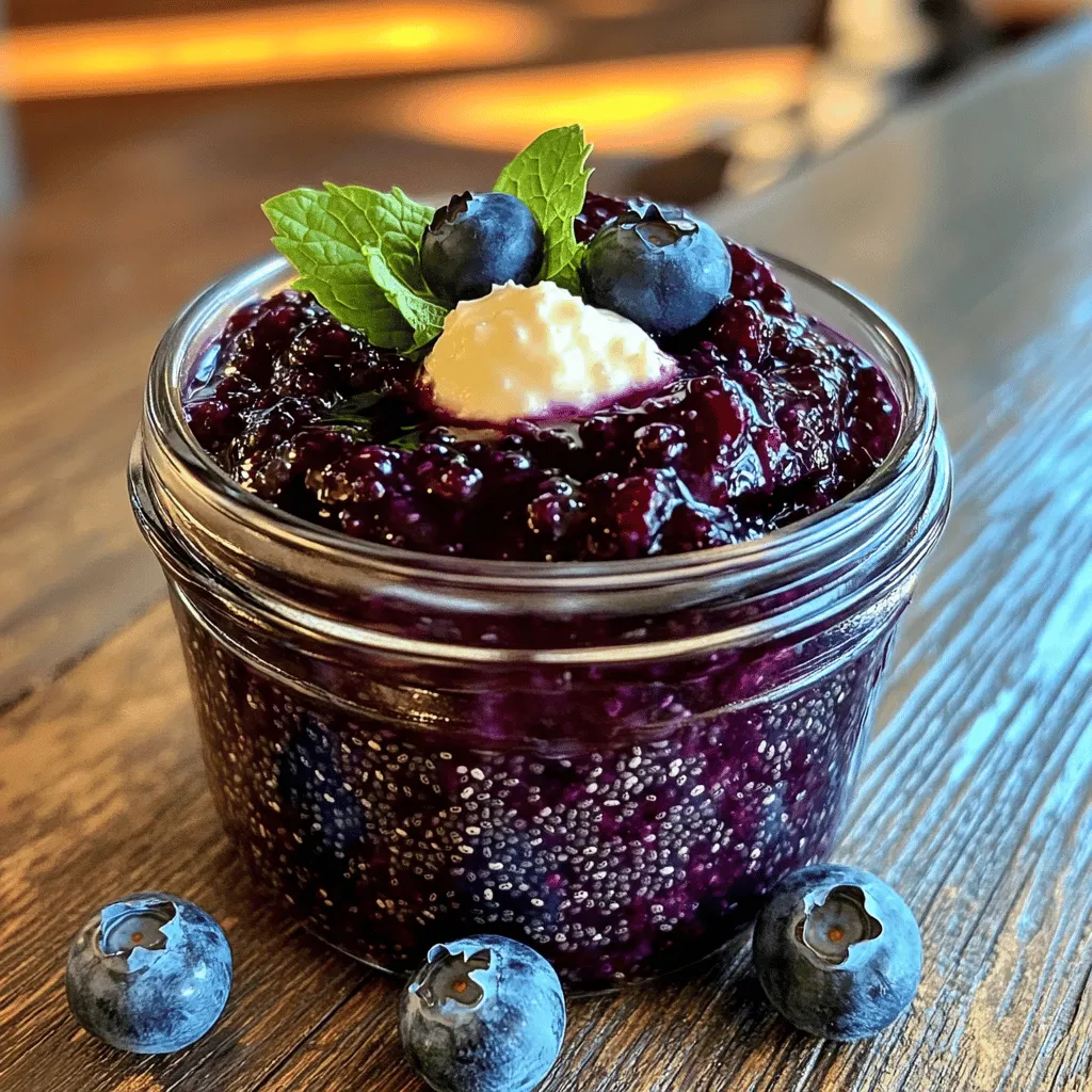 Für die Blaubeer-Chia-Samen-Marmelade benötigst du folgende Zutaten: - 2 Tassen frische Blaubeeren (oder gefrorene, aufgetaut) - 1/4 Tasse Honig oder Ahornsirup (nach Belieben anpassen) - 2 Esslöffel Chia-Samen - 1 Esslöffel Zitronensaft - 1/2 Teelöffel Vanilleextrakt - Eine Prise Salz Diese Zutaten sind einfach zu finden. Du kannst die Marmelade schnell zubereiten. Falls du keine Chia-Samen hast, kannst du Leinsamen verwenden. Sie haben ähnliche Eigenschaften. Wenn du keinen Honig magst, nutze Agavendicksaft. Auch Puderzucker ist eine Option. Für eine fruchtigere Note kannst du Limettensaft statt Zitronensaft nehmen. Experimentiere ruhig mit diesen Alternativen. Wähle frische Blaubeeren, die prall und fest sind. Sie sollten einen tiefen Farbton haben. Achte darauf, dass sie keine Druckstellen zeigen. Gefrorene Blaubeeren sind auch gut, wenn sie hochwertig sind. Überprüfe das Haltbarkeitsdatum. Mit frischen oder gefrorenen Blaubeeren gelingt deine Marmelade perfekt. Die Zubereitung dieser Marmelade ist einfach und macht Spaß. Du wirst sicher gerne mit den Zutaten experimentieren. Schau dir auch das Full Recipe an, um alle Schritte zu erfahren. Die Vorbereitungszeit für die Blaubeer-Chia-Samen-Marmelade liegt bei 10 Minuten. Sie benötigen: - Einen mittleren Topf - Eine Gabel oder Kartoffelstampfer - Ein sauberes Glas oder einen luftdichten Behälter 1. Geben Sie die frischen oder gefrorenen Blaubeeren in den Topf. Fügen Sie den Honig oder Ahornsirup hinzu. 2. Erhitzen Sie alles bei mittlerer Hitze. Rühren Sie vorsichtig. Dies dauert etwa 5 Minuten. 3. Wenn die Blaubeeren weich sind, pürieren Sie sie mit einer Gabel oder einem Kartoffelstampfer. 4. Fügen Sie die Chia-Samen, den Zitronensaft, den Vanilleextrakt und das Salz hinzu. 5. Lassen Sie die Mischung sanft aufkochen. Reduzieren Sie dann die Hitze auf niedrig. 6. Lassen Sie die Marmelade 10 Minuten köcheln. Rühren Sie gelegentlich um. 7. Nehmen Sie den Topf vom Herd. Lassen Sie die Marmelade 10-15 Minuten abkühlen. 8. Übertragen Sie die Marmelade in ein Glas oder einen Behälter. Lassen Sie sie auf Raumtemperatur abkühlen. 9. Decken Sie die Marmelade ab und stellen Sie sie in den Kühlschrank. Sie bleibt dort bis zu 2 Wochen frisch. - Achten Sie darauf, die Blaubeeren gut zu pürieren. So wird die Marmelade schön cremig. - Probieren Sie die Marmelade während des Kochens. Passen Sie den Süßstoff nach Ihrem Geschmack an. - Verwenden Sie frische, reife Blaubeeren für den besten Geschmack. - Lassen Sie die Marmelade länger stehen, wenn Sie eine dickere Konsistenz wünschen. Für die vollständige Anleitung und weitere Tipps schauen Sie sich das Full Recipe an. Ein häufiger Fehler ist, die Blaubeeren zu lange zu kochen. Das macht sie matschig und übermäßig süß. Rühren Sie die Mischung vorsichtig, um eine gute Konsistenz zu erreichen. Achten Sie darauf, die Chia-Samen nicht zu früh hinzuzufügen. Wenn Sie sie zu früh hinzufügen, können sie nicht richtig quellen. Lassen Sie die Marmelade nach dem Kochen abkühlen. Sie wird beim Abkühlen dicker. Um den Geschmack zu verbessern, probieren Sie frische Kräuter. Minze oder Basilikum geben einen frischen Kick. Ein Spritzer Zitrone hebt die Fruchtigkeit hervor. Wenn Sie es gerne süßer mögen, fügen Sie mehr Honig oder Ahornsirup hinzu. Vanilleextrakt bringt eine schöne Tiefe in das Aroma. Experimentieren Sie mit verschiedenen Kombinationen, um Ihre perfekte Marmelade zu finden. Diese Marmelade ist sehr vielseitig. Sie passt perfekt auf Toast oder in Pancakes. Verwenden Sie sie auch in Joghurt oder Quark für ein gesundes Frühstück. Sie können sie als Füllung für Gebäck nutzen oder in Smoothies mischen. Diese Marmelade macht jedes Gericht leckerer. Sie können sie sogar als Topping für Eis verwenden. Entdecken Sie neue Wege, um diese Blaubeer-Chia-Samen-Marmelade in Ihre Rezepte einzubinden. {{image_4}} Du kannst viele Früchte für die Marmelade nutzen. Erdbeeren, Himbeeren und Pfirsiche sind tolle Alternativen. Diese Früchte bringen unterschiedliche Aromen mit. Sie sind auch einfach zu finden. Achte darauf, die Menge der Chia-Samen und des Süßungsmittels anzupassen. Zum Beispiel, Himbeeren sind süßer, also weniger Honig nötig. Experimentiere mit deinen Lieblingsfrüchten und finde deinen perfekten Geschmack! Honig und Ahornsirup sind klassisch, aber du kannst auch andere Süßstoffe ausprobieren. Kokosblütenzucker gibt einen einzigartigen Geschmack. Agavendicksaft ist eine gute Option für Veganer. Wenn du es ganz zuckerfrei magst, nutze Stevia oder Erythrit. Diese Süßstoffe haben weniger Kalorien. Denke daran, die Menge je nach Süßkraft anzupassen. So bleibt die Marmelade lecker und gesund! Gewürze machen die Marmelade spannend! Eine Prise Zimt oder Muskatnuss kann viel bewirken. Vanilleextrakt ist auch eine tolle Ergänzung. Es gibt deiner Marmelade eine warme Note. Wenn du es fruchtiger magst, füge etwas Ingwer hinzu. Ein Spritzer Zitrone bringt Frische. Probiere verschiedene Kombinationen aus. So kreierst du deine ganz eigene Marmelade! Für das vollständige Rezept, schau dir die [Full Recipe] an. Um die Frische der Blaubeer-Chia-Samen-Marmelade zu sichern, stelle sie in den Kühlschrank. Nutze ein sauberes Glas oder einen luftdichten Behälter. Achte darauf, dass der Behälter gut verschlossen ist. So bleibt die Marmelade frisch. Lagere sie immer im kältesten Teil des Kühlschranks. Dadurch hält sie länger und schmeckt besser. Die Marmelade bleibt im Kühlschrank bis zu zwei Wochen haltbar. Achte auf Veränderungen in Duft oder Farbe. Wenn du die Marmelade länger aufbewahren möchtest, friere sie ein. Verwende dafür einen gefrierfesten Behälter. So bleibt der Geschmack erhalten. Du kannst die Marmelade auch in Eiswürfelformen einfrieren. So portionierst du sie einfach. Eingefrorene Blaubeeren sind eine gute Wahl. Sie sind das ganze Jahr über verfügbar. Verwende sie direkt aus dem Gefrierfach. Du musst sie nicht auftauen, wenn du die Marmelade zubereitest. Beachte, dass die Marmelade etwas flüssiger sein kann. Das liegt am zusätzlichen Wasser, das beim Kochen entsteht. Probiere es aus, um den besten Geschmack zu finden. Die Blaubeer-Chia-Samen-Marmelade hält sich bis zu zwei Wochen im Kühlschrank. Lagern Sie die Marmelade in einem sauberen Glas oder einem luftdichten Behälter. Achten Sie darauf, dass das Glas gut verschlossen ist. So bleibt die Marmelade frisch und lecker. Ja, Sie können die Marmelade auch ohne Zucker machen. Verwenden Sie stattdessen Honig oder Ahornsirup. Diese Alternativen geben der Marmelade Süße, ohne raffinierten Zucker zu nutzen. Sie können die Menge des Süßungsmittels nach Ihrem Geschmack anpassen. Blaubeeren sind reich an Antioxidantien. Sie helfen, den Körper zu schützen. Außerdem enthalten sie Vitamine und Mineralien, die gut für Ihr Herz sind. Chia-Samen sind eine gute Quelle für Ballaststoffe und Omega-3-Fettsäuren. Sie fördern die Verdauung und die Gesundheit des Herzens. Diese Zutaten machen Ihre Marmelade nicht nur lecker, sondern auch gesund. Die Blaubeer-Chia-Samen-Marmelade ist einfach und lecker. Wir haben die Zutaten, die Zubereitung und wichtige Tipps durchgenommen. Es ist wichtig, gute Blaubeeren auszuwählen und häufige Fehler zu vermeiden. Die Variationen zeigen, dass man kreativ sein kann. Halten Sie die Marmelade richtig und beachten Sie die Haltbarkeit. Jetzt sind Sie bereit, Ihre eigene Marmelade zu machen! Genießen Sie den fruchtigen Geschmack und die gesunden Vorteile der Blaubeeren und Chia-Samen. Machen Sie es sich und Ihrer Familie schmecken!