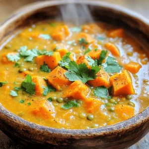 - 2 mittelgroße Süßkartoffeln, geschält und gewürfelt - 1 Tasse grüne oder braune Linsen, abgespült - 4 Tassen Gemüsebrühe Süßkartoffeln sind die Basis dieser Suppe. Sie geben einen süßen Geschmack und eine tolle Farbe. Linsen fügen Protein und Ballaststoffe hinzu. Gemüsebrühe sorgt für einen herzhaften Geschmack. - 1 Teelöffel gemahlener Kreuzkümmel - 1 Teelöffel geräuchertes Paprikapulver - ½ Teelöffel Kurkuma Die Gewürze bringen die Aromen zusammen. Kreuzkümmel gibt einen warmen, erdigen Geschmack. Geräuchertes Paprikapulver fügt eine rauchige Note hinzu. Kurkuma ist nicht nur gesund, sondern gibt auch eine schöne Farbe. - 1 mittelgroße Zwiebel, gehackt - 2 Knoblauchzehen, fein gehackt - 2 Karotten, gewürfelt - 1 Selleriestange, gewürfelt - 2 Esslöffel Olivenöl - Frischer Koriander oder Petersilie zum Garnieren (optional) Zwiebeln und Knoblauch bilden die aromatische Grundlage. Karotten und Sellerie liefern zusätzliche Frische und Textur. Olivenöl sorgt für eine schöne Bräunung. Als Garnitur kannst du frischen Koriander oder Petersilie verwenden, um die Suppe zu verfeinern. Für das vollständige Rezept schau dir die Süßkartoffel-Linsen-Bliss-Suppe an. - Schälen Sie die Süßkartoffeln und schneiden Sie sie in kleine Würfel. - Spülen Sie die Linsen gut ab und bereiten Sie sie vor. - Schneiden Sie die Zwiebeln, Karotten und den Sellerie in kleine Stücke. - Erhitzen Sie das Olivenöl in einem großen Topf bei mittlerer Hitze. - Fügen Sie die gehackte Zwiebel hinzu und dünsten Sie sie etwa fünf Minuten lang. - Geben Sie den gehackten Knoblauch, die gewürfelten Karotten und den Sellerie dazu. Braten Sie alles für drei bis vier Minuten an, bis das Gemüse weich wird. - Streuen Sie die Gewürze wie Kreuzkümmel, Paprikapulver und Kurkuma über das Gemüse. - Rühren Sie gut um und lassen Sie die Aromen für eine Minute entfalten. - Geben Sie die gewürfelten Süßkartoffeln und die Linsen in den Topf. - Gießen Sie die Gemüsebrühe hinzu und bringen Sie alles zum Kochen. - Reduzieren Sie die Hitze, decken Sie den Topf ab und lassen Sie die Suppe 25 bis 30 Minuten köcheln. - Pürieren Sie die Suppe, bis sie cremig ist, oder lassen Sie sie stückig, je nach Wunsch. - Schmecken Sie die Suppe mit Salz und Pfeffer ab und passen Sie die Aromen nach Bedarf an. - Servieren Sie die heiße Suppe und garnieren Sie sie optional mit frischem Koriander oder Petersilie. Für das ganze Rezept können Sie [Full Recipe] ansehen. Um die Süßkartoffel-Linsen-Suppe cremig zu machen, verwende einen Stabmixer. Püriere die Suppe, bis sie die gewünschte Textur hat. Möchtest du eine dünnere Konsistenz? Füge einfach mehr Brühe hinzu. So passt du die Suppe genau an deinen Geschmack an. Frische Kräuter bringen viel Geschmack in die Suppe. Koriander oder Petersilie sind tolle Optionen. Du kannst auch mit verschiedenen Gewürzen experimentieren. Probiere zum Beispiel etwas Ingwer oder Chili aus. Diese zusätzlichen Aromen machen die Suppe noch interessanter. Serviere die Suppe warm mit frischem Brot oder Pita. Diese Kombination macht die Mahlzeit komplett. Du kannst die Suppe auch als Hauptgericht oder leckere Beilage anbieten. Sie passt gut zu vielen Gerichten und bietet eine nahrhafte Option für jedes Essen. {{image_4}} Um die Suppe noch cremiger zu machen, füge Kokosmilch hinzu. Sie gibt einen tollen Geschmack und macht die Suppe reichhaltig. Wenn du tierische Fette meidest, ist dies eine ideale Wahl. Kokosmilch passt gut zu den Süßkartoffeln und Linsen. Du kannst auch Pflanzenöl verwenden, um die Basis zu braten. Möchtest du mehr Protein? Dann füge zusätzliches Gemüse oder Hülsenfrüchte hinzu. Erbsen oder Kichererbsen sind gute Optionen. Alternativ kannst du Quinoa oder Nudeln anstelle von Linsen verwenden. Quinoa bringt eine nussige Note und ist sehr gesund. So wird die Suppe noch sättigender. Experimentiere mit verschiedenen Gewürzen, um den Geschmack zu verändern. Für eine scharfe Note füge etwas Cayennepfeffer hinzu. Du kannst auch die Süßkartoffeln durch anderes Gemüse ersetzen. Karotten oder Kürbis sind lecker und gesund. So bleibt die Suppe spannend und vielfältig. Für die ganze Rezeptanleitung schau dir die [Full Recipe] an. Um die Süßkartoffel-Linsen-Suppe frisch zu halten, kühl sie unbedingt ab. Fülle die Suppe in einen luftdichten Behälter. So bleibt sie bis zu fünf Tage im Kühlschrank gut. Du kannst die Suppe auch einfrieren. Verwende dafür gefrierfeste Behälter oder Beutel. So kannst du die Suppe bis zu drei Monate lagern. Achte darauf, die Suppe vollständig abzukühlen, bevor du sie einfrierst. Das hilft, die Textur und den Geschmack zu bewahren. Für das Erwärmen gibt es verschiedene Methoden. Du kannst die Suppe auf dem Herd oder in der Mikrowelle erwärmen. Wenn du den Herd verwendest, stelle die Hitze niedrig und rühre regelmäßig um. So bleibt die Suppe gleichmäßig warm. Wenn du die Mikrowelle nutzt, erwärme die Suppe in kurzen Intervallen. Rühre nach jedem Intervall um, um die Hitze zu verteilen. Beim erneuten Erwärmen kann die Suppe dicker werden. Füge einfach etwas Gemüsebrühe hinzu, um die gewünschte Konsistenz zu erreichen. Achte genau auf die Suppe. Sie darf nicht schlecht riechen oder eine seltsame Farbe haben. Wenn du unsicher bist, schmecke einen kleinen Löffel. Wenn etwas nicht stimmt, wirf die Suppe weg. Lagere die Suppe immer im Kühlschrank oder Gefrierschrank. So vermeidest du das Wachstum von Bakterien. Es ist wichtig, auf Lebensmittelsicherheit zu achten. So kannst du sicher genießen! Die Suppe hält sich gut im Kühlschrank. Du kannst sie dort bis zu fünf Tage aufbewahren. Achte darauf, sie in einem luftdichten Behälter zu lagern. Wenn du die Suppe länger aufbewahren möchtest, friere sie ein. In der Tiefkühltruhe hält sie sich bis zu drei Monate. Denke daran, die Suppe in Portionen zu teilen, bevor du sie einfrierst. So hast du immer eine schnelle Mahlzeit zur Hand. Ja, die Suppe ist perfekt für die Meal Prep. Du kannst sie einen Tag oder zwei im Voraus kochen. Lass die Suppe nach dem Kochen einfach abkühlen und stelle sie in den Kühlschrank. Wenn du bereit bist, sie zu essen, erwärme sie auf dem Herd oder in der Mikrowelle. Das spart Zeit und ist praktisch für hektische Tage. Ja, die Süßkartoffel-Linsen-Suppe ist glutenfrei. Alle Zutaten sind frei von Gluten. Das macht sie ideal für Menschen mit Glutenunverträglichkeit. Achte jedoch darauf, dass die Gemüsebrühe, die du verwendest, ebenfalls glutenfrei ist. So kannst du sicher sein, dass du ein sicheres und leckeres Gericht genießt. Wenn du es schärfer magst, füge etwas Cayennepfeffer oder rote Paprikaflocken hinzu. Diese Gewürze geben der Suppe einen schönen Kick. Du kannst auch frische Chilis oder Jalapeños schneiden und mitkochen. Diese Zutaten bringen zusätzliche Tiefe in den Geschmack. Experimentiere mit der Schärfe, um die perfekte Balance für deinen Gaumen zu finden. Schau dir auch die [Full Recipe](#) an, um weitere Ideen zu sammeln. Diese Süßkartoffel-Linsen-Suppe ist einfach und nährstoffreich. Wir haben die wichtigsten Zutaten, Gewürze und Zubereitungsschritte behandelt. Außerdem gab es nützliche Tipps, um die Suppe anzupassen und zu lagern. Mit Variationen kannst du die Suppe nach deinem Geschmack verändern. Denke daran, dass die Lagerung wichtig ist, um die Frische zu erhalten. Probier diese leckere Suppe aus und genieße die vielen Möglichkeiten. Vertraue auf deine Kreativität in der Küche!