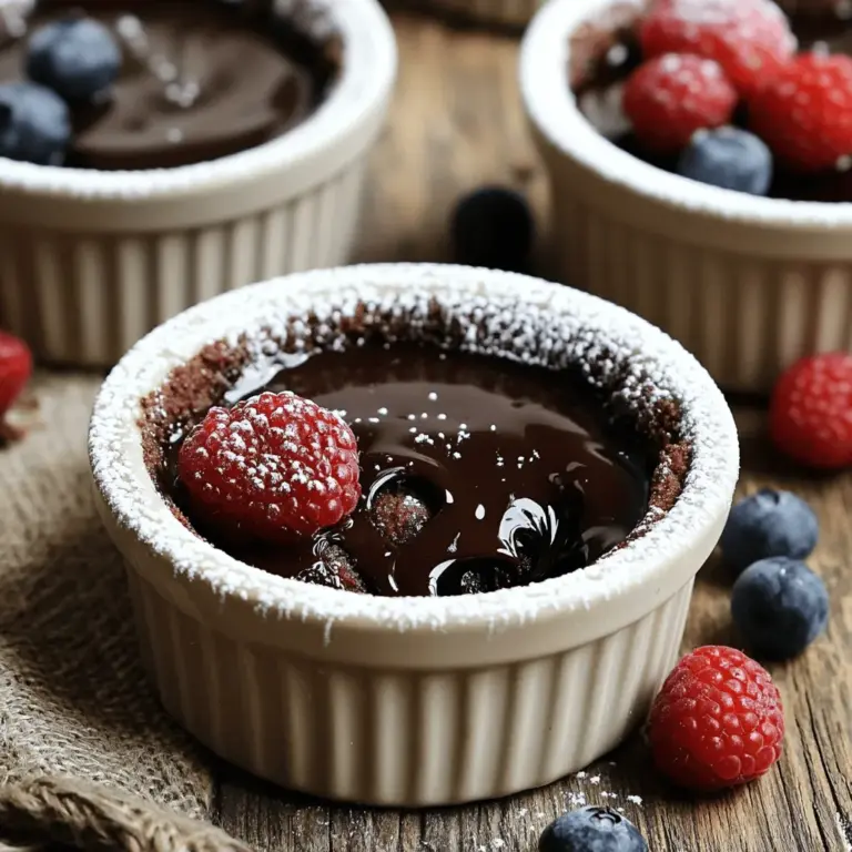 Um einen perfekten Schokoladen-Lava-Kuchen zu machen, brauchen wir einige Hauptzutaten. Hier ist eine Liste: - 120 g ungesalzene Butter (plus zusätzlich für das Einfetten) - 170 g dunkle Schokoladenstückchen (mindestens 60% Kakao) - 2 große Eier - 2 große Eigelbe - 50 g Kristallzucker - 30 g Weizenmehl - 1 Teelöffel Vanilleextrakt - Eine Prise Salz - Optional: Puderzucker und frische Beeren zur Dekoration Vorbereiten ist der Schlüssel. Beginne damit, die Butter und Schokolade in einer Schüssel zu kombinieren. Dies wird im nächsten Schritt geschmolzen. Achte darauf, die Souffléformen gut einzufetten, damit der Kuchen nicht kleben bleibt. Vor dem Backen muss der Ofen auf 220°C vorgeheizt werden. Die Eier, Eigelbe und den Zucker gut verquirlen. So erhältst du eine luftige und schaumige Mischung. Das Mehl muss vorsichtig untergehoben werden, damit der Kuchen schön weich bleibt. Die Wahl der Schokolade ist wichtig. Dunkle Schokolade mit mindestens 60% Kakao sorgt für einen reichen Geschmack. Achte darauf, dass die Schokolade von guter Qualität ist. Das macht einen großen Unterschied im Geschmack. Du kannst auch eine Mischung aus verschiedenen Schokoladensorten verwenden. Probier es aus und finde deinen Favoriten! Für das beste Ergebnis, kaufe Schokolade, die du auch gerne pur isst. So passt der Geschmack genau zu deinem Kuchen. Zuerst heizen Sie Ihren Ofen auf 220°C vor. Fetten Sie vier Souffléformen gut mit Butter ein. Bestäuben Sie die Formen leicht mit Mehl. So verhindern Sie, dass der Kuchen anklebt. Nehmen Sie eine mikrowellengeeignete Schüssel. Geben Sie die ungesalzene Butter und die dunklen Schokoladenstückchen hinein. Erhitzen Sie die Mischung in der Mikrowelle in 20-Sekunden-Intervallen. Rühren Sie dazwischen um, bis alles geschmolzen und glatt ist. Lassen Sie die Mischung etwas abkühlen. In einer separaten Schüssel schlagen Sie die Eier, die Eigelbe und den Kristallzucker zusammen. Verwenden Sie einen Schneebesen und schlagen Sie die Mischung, bis sie schaumig ist. Dies dauert etwa 3-4 Minuten. Die Mischung sollte leicht dicklich werden. Gießen Sie die geschmolzene Schokoladenmischung in die Eimischung. Fügen Sie den Vanilleextrakt und eine Prise Salz hinzu. Rühren Sie alles sanft um. Das Mehl sollte nun durch ein feines Sieb hinzugefügt werden. Vorsichtig unterheben, bis alles gut vermischt ist. Achten Sie darauf, nicht zu übermixen. Verteilen Sie den Teig gleichmäßig auf die vorbereiteten Souffléformen. Füllen Sie jede Form etwa zu drei Vierteln. Stellen Sie die Formen auf ein Backblech. Backen Sie die Kuchen 12-14 Minuten. Die Ränder sollten fest sein, das Innere aber weich und leicht wackelig. Nach dem Backen lassen Sie die Kuchen 1 Minute abkühlen. Führen Sie vorsichtig ein Messer entlang der Ränder, um sie zu lösen. Stürzen Sie die Kuchen auf Teller. Bestäuben Sie die Kuchlein mit Puderzucker. Servieren Sie sie sofort. Dekorieren Sie nach Belieben mit frischen Beeren. Dies macht den Genuss noch schöner. Für das vollständige Rezept schauen Sie sich die [Full Recipe] an. Ein häufiger Fehler ist, den Kuchen zu lange zu backen. Wenn Sie die Backzeit überschreiten, verlieren Sie die schokoladige Füllung. Achten Sie darauf, die Ränder fest, aber das Innere weich zu lassen. Ein anderer Fehler ist, die Formen nicht gut einzufetten. Dies kann dazu führen, dass der Kuchen kleben bleibt. Stellen Sie sicher, dass Sie die Souffléformen gründlich einfetten und leicht mit Mehl bestäuben. Die Lava-Füllung entsteht durch die richtige Backzeit. Backen Sie die Kuchen nur 12 bis 14 Minuten. Überprüfen Sie die Ränder, sie sollten fest sein. Das Innere sollte jedoch leicht wackelig bleiben. Um sicher zu sein, können Sie einen kleinen Testkuchen machen. So finden Sie die perfekte Zeit für Ihren Ofen. Die ideale Backzeit hängt von Ihrem Ofen ab. Jeder Ofen heizt anders. Ich empfehle, die Backzeit beim ersten Mal genau im Auge zu behalten. Wenn Sie den Kuchen später wieder machen, können Sie die Zeit anpassen. Nutzen Sie ein Backblech, um die Wärme gleichmäßig zu verteilen. So backt der Kuchen gleichmäßiger und besser. {{image_4}} Wenn du eine glutenfreie Option suchst, ersetze das Weizenmehl. Verwende stattdessen Mandelmehl oder Kokosmehl. Diese Mehle geben deinem Kuchen eine andere Textur, aber sie funktionieren gut. Achte darauf, dass du die Menge an Mehl anpasst, um die richtige Konsistenz zu erreichen. Du kannst auch glutenfreies Backpulver verwenden, wenn du mehr Volumen möchtest. Um deinen Lava-Kuchen interessanter zu machen, füge Aromen hinzu. Ein Teelöffel Kaffeeextrakt verstärkt den Schokoladengeschmack. Zimt oder Muskatnuss geben eine warme Note. Du kannst auch einen Hauch von Chili für eine scharfe Überraschung verwenden. Experimentiere mit verschiedenen Geschmäckern, um dein persönliches Rezept zu gestalten. Die Dekoration kann dein Dessert hervorheben. Für Geburtstagsfeiern, bestäube den Kuchen mit buntem Puderzucker. Verwende frische Beeren für einen frischen Look. Für Hochzeiten oder besondere Anlässe, füge essbare Blüten hinzu. Schokoladenspiralen oder Karamellsoße machen es noch schöner. Denke an die Farben und den Anlass, um die perfekte Präsentation zu finden. Um den Schokoladen-Lava-Kuchen frisch zu halten, lasse ihn zuerst abkühlen. Packe ihn dann in Frischhaltefolie oder lege ihn in einen luftdichten Behälter. So bleibt er bis zu drei Tage lang lecker. Lagere den Kuchen im Kühlschrank, wenn du ihn nicht sofort isst. Du kannst ihn auch einfrieren, um ihn länger haltbar zu machen. Wickele ihn gut ein, um Gefrierbrand zu vermeiden. Im Gefrierfach hält er bis zu drei Monate. Wenn du den Kuchen aufwärmen möchtest, heize deinen Ofen auf 160°C vor. Stelle den Kuchen auf ein Backblech und erwärme ihn für etwa 10 Minuten. So bleibt die Füllung schön flüssig. Du kannst den Kuchen auch in der Mikrowelle aufwärmen. Stelle ihn für 20-30 Sekunden auf hohe Stufe. Achte darauf, ihn nicht zu überhitzen. Serviere ihn warm mit einer Kugel Vanilleeis oder frischen Beeren. Diese Kombination macht das Dessert noch köstlicher. Hast du Kuchen übrig? Du kannst ihn für verschiedene Desserts verwenden. Zerbrich den Kuchen in Stücke und mische ihn mit Joghurt oder Pudding. Das ergibt ein schnelles und leckeres Dessert. Du kannst auch Schokoladen-Lava-Kuchen-Crumble machen. Zerkleinere den Kuchen und backe ihn mit einer Streuselschicht aus Haferflocken und Butter. Das gibt dir einen tollen Snack oder ein schnelles Dessert für Gäste. Der Schokoladen-Lava-Kuchen hält sich 1 bis 2 Tage im Kühlschrank. Bewahren Sie ihn in einem luftdichten Behälter auf. Nach dem Kühlen kann der Kuchen etwas fester werden. Wärmen Sie ihn einfach kurz in der Mikrowelle auf, um die Lava-Füllung zu aktivieren. Ja, Sie können den Kuchen im Voraus zubereiten. Bereiten Sie den Teig vor und füllen Sie die Formen. Kühlen Sie sie bis zur Verwendung. Backen Sie die Kuchen dann frisch, wenn Gäste kommen. So bleiben sie warm und lecker! Zu Lava-Kuchen passen viele leckere Beilagen. Eine Kugel Vanilleeis ist sehr beliebt. Auch Schlagsahne oder frische Beeren machen sich gut. Für einen besonderen Touch können Sie Minzblätter hinzufügen. Diese Beilagen ergänzen die Schokolade perfekt. Ja, die Backzeit kann variieren. Wenn Sie einen festeren Kuchen wollen, backen Sie ihn länger. Für eine flüssigere Lava-Füllung backen Sie ihn kürzer. Achten Sie darauf, die Ränder fest, aber das Innere weich zu lassen. So erreichen Sie die perfekte Konsistenz. Um die besten Lava-Kuchen zu finden, schauen Sie in lokale Dessertläden oder gehobene Restaurants. Suchen Sie nach Bewertungen online. Oft teilen Food-Blogger ihre Erfahrungen. So finden Sie die besten Orte, um diesen leckeren Kuchen zu genießen. Nachdem wir die Hauptzutaten, die Schritt-für-Schritt-Anleitung und wertvolle Tipps besprochen haben, sind Sie nun bereit. Sie kennen die Tricks, um den perfekten Schokoladen-Lava-Kuchen zu backen. Denken Sie daran, die besten Zutaten auszuwählen und häufige Fehler zu vermeiden. Die Variationen und Lagerungshinweise helfen Ihnen, kreativ zu sein. Dieser Kuchen ist vielseitig und macht oft Freude. Genießen Sie jeden Bissen und lassen Sie Ihrer Kreativität freien Lauf. Viel Spaß beim Backen!