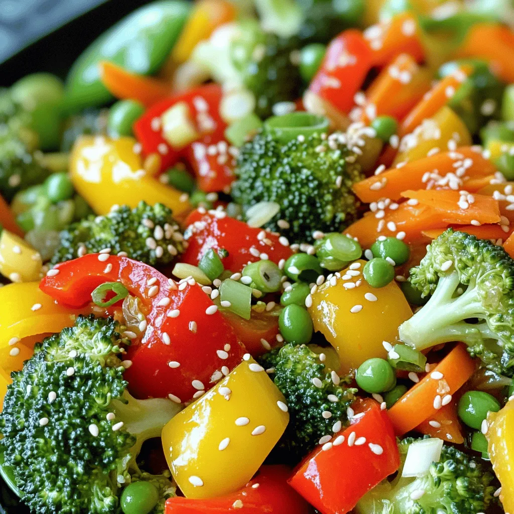 Hier sind die frischen Zutaten für deine einfache Gemüsepfanne. Sie sind bunt, knackig und voller Geschmack. - Brokkoli, rote und gelbe Paprika, Karotte, Zuckerschoten - Knoblauch und frischer Ingwer - Sojasauce und Sesamöl - Gewürze und Garnierung Das Gemüse bringt viele Vitamine und Mineralien. Brokkoli ist reich an Ballaststoffen. Paprika fügt Süße und Farbe hinzu. Die Karotte gibt eine leichte Süße. Zuckerschoten bringen einen knackigen Biss. Knoblauch und Ingwer machen das Gericht aromatisch. Sojasauce sorgt für einen salzigen, umami Geschmack. Sesamöl ergänzt alles mit einem nussigen Aroma. Die Gewürze sind wichtig. Mit Salz und Pfeffer schmeckst du das Gericht ab. Du kannst auch andere Gewürze hinzufügen, wenn du magst. Zum Garnieren nutze Sesamkörner und Frühlingszwiebeln. Sie machen die Pfanne schön und lecker. Das Rezept ist schnell und einfach. Du kannst alle Zutaten in einem Supermarkt finden. Bereite sie frisch zu, um das beste Ergebnis zu erzielen. Diese einfache Gemüsepfanne ist perfekt für jedes Abendessen. Für die vollständige Anleitung schaue dir das [Full Recipe] an. Wasche das Gemüse gut. Schneide den Brokkoli in kleine Röschen. Die Paprika schneidest du in feine Streifen. Die Karotte schneidest du in dünne Julienne-Streifen. Zuckerschoten bleiben ganz. Gute Vorbereitung hilft dir, schnell zu kochen. So bleibt alles frisch und knackig. Nimm eine große Pfanne oder einen Wok. Erhitze das Sesamöl bei mittlerer bis hoher Hitze. Warte, bis das Öl leicht schimmert. Dies zeigt, dass die Pfanne bereit ist. Eine gute Temperatur sorgt dafür, dass das Gemüse gleichmäßig brät. Jetzt kommt der duftende Teil. Füge den gehackten Knoblauch und den Ingwer in die Pfanne. Brate sie etwa 30 Sekunden lang an. Achte darauf, dass sie nicht verbrennen. Die Aromen sollten gut zur Geltung kommen, ohne bitter zu werden. Gib nun das vorbereitete Gemüse in die Pfanne. Brate alles unter Rühren für 5-7 Minuten. So bleibt das Gemüse zart und knackig. Du möchtest, dass es leuchtend und frisch aussieht. Gieße die Sojasauce über das Gemüse. Wenn du eine dickere Sauce magst, löse die Speisestärke in Wasser auf. Rühre sie schnell ein. So wird die Sauce schön cremig. Probiere das Gericht und füge nach Geschmack Salz und Pfeffer hinzu. Nimm die Pfanne vom Herd. Serviere das Gericht heiß auf einem Teller. Garniere es mit Sesamkörnern und gehackten Frühlingszwiebeln. Das sieht toll aus und schmeckt klasse. Für das vollständige Rezept, schau dir die [Full Recipe] an. Wie brät man das Gemüse ideal? Die Garzeit ist wichtig. Ich brate mein Gemüse etwa 5 bis 7 Minuten lang. So bleibt es knackig und frisch. Ich achte darauf, das Gemüse oft umzurühren. So gart es gleichmäßig. Die Temperatur sollte hoch genug sein. Das hält die Farben und den Geschmack. Wie kann man die Aromen anpassen? Variationen sind einfach. Sie können verschiedene Gewürze nutzen. Zum Beispiel, probieren Sie Chili für Schärfe. Ein Spritzer Limettensaft bringt Frische. Sojasauce kann auch variieren. Low-sodium Sojasauce ist gesünder. Experimentieren Sie mit Teriyaki- oder Hoisin-Sauce. Das gibt einen neuen Twist. Welche Ersatzmöglichkeiten gibt es? Für Vegetarier und Veganer gibt es viele Optionen. Tofu ist eine hervorragende Proteinquelle. Sie können auch Tempeh verwenden. Das gibt zusätzliche Textur. Statt Sojasauce, probieren Sie Tamari für Glutenfreiheit. Gemüsebrühe kann die Sojasauce ersetzen. So bleibt der Geschmack stark. Für das vollständige Rezept schauen Sie bitte hier: [Full Recipe]. {{image_4}} Um Ihre einfache Gemüsepfanne noch nahrhafter zu machen, können Sie Tofu oder Hähnchen hinzufügen. Tofu ist eine tolle, pflanzliche Proteinquelle. Schneiden Sie den Tofu in Würfel und braten Sie ihn vor dem Gemüse an. Das gibt ihm eine goldene Farbe und einen tollen Geschmack. Wenn Sie Hähnchen verwenden möchten, schneiden Sie es in kleine Stücke. Braten Sie es bis es durch ist, bevor Sie das Gemüse hinzufügen. So bleibt alles frisch und lecker. Die Verwendung von saisonalem Gemüse macht Ihr Gericht noch schmackhafter. Im Frühling sind Spargel und Erbsen großartig. Im Sommer können Sie Zucchini und Auberginen verwenden. Im Herbst sind Kürbis und Kohl perfekt. Diese frischen Zutaten bringen Farbe und Geschmack in Ihre Pfanne. Kaufen Sie auf dem lokalen Markt, um die besten Optionen zu finden. So unterstützen Sie auch die Umwelt. Neben dem Braten gibt es auch andere Methoden, um Gemüse zuzubereiten. Dämpfen ist eine gesunde Art, Gemüse weich und saftig zu halten. Es bewahrt auch die Nährstoffe. Grillen ist eine weitere spannende Option. Es gibt dem Gemüse einen rauchigen Geschmack, den viele Menschen lieben. Probieren Sie verschiedene Techniken aus und finden Sie heraus, was Ihnen am besten gefällt. Bewahre dein Gemüsepfannengericht in einem luftdichten Behälter auf. So bleibt es frisch. Stelle den Kühlschrank auf 4 Grad Celsius ein. So verzögerst du das Verderben. Du kannst das Gericht bis zu drei Tage aufbewahren. Wenn du es später essen möchtest, erwärme es gründlich. Um dein Gemüsepfannengericht einzufrieren, lasse es zuerst abkühlen. Teile es in Portionen auf. Verwende gefriergeeignete Behälter oder Beutel. So bleibt der Geschmack erhalten. Zum Auftauen lege das Gericht über Nacht in den Kühlschrank. Erhitze es dann in der Pfanne oder der Mikrowelle. Achte darauf, es gut durchzuerhitzen. Das Gericht bleibt im Kühlschrank drei Tage frisch. Im Gefrierfach hält es bis zu drei Monate. Danach kann der Geschmack nachlassen. Achte beim Essen auf Geruch oder Aussehen. Wenn etwas nicht frisch aussieht, wirf es weg. So bleibst du gesund und sicher. Um eine einfache Gemüsepfanne zu machen, folge diesen Schritten: 1. Gemüse vorbereiten: Wasche und schneide dein Gemüse in kleine Stücke. 2. Pfanne erhitzen: Erhitze das Sesamöl in einer großen Pfanne oder einem Wok. 3. Aromaten anbraten: Brate den gehackten Knoblauch und Ingwer kurz an. 4. Gemüse hinzufügen: Gib das vorbereitete Gemüse in die Pfanne und brate es an. 5. Würzen: Füge die Sojasauce hinzu und mische alles gut. 6. Abschmecken: Probiere das Gericht und würze nach Bedarf. 7. Garnieren und Servieren: Garniere mit Sesamkörnern und Frühlingszwiebeln. Das Ganze dauert nur etwa 20 Minuten. So einfach ist das! Hier ist eine Liste der besten Gemüsesorten für dein Stir-Fry: - Brokkoli - Paprika (rot und gelb) - Karotten - Zuckerschoten - Zucchini - Aubergine - Champignons - Bohnen (grün oder schwarz) Diese Gemüse sind knackig und behalten ihre Form gut. Sie bringen Farbe und Geschmack in dein Gericht. Ja, du kannst das Rezept ganz einfach anpassen! Hier sind einige Ideen: - Gemüse: Wechsle das Gemüse nach Saison oder deinem Geschmack. - Gewürze: Probiere verschiedene Sojasaucen oder füge Chili hinzu für etwas Schärfe. - Proteine: Füge Tofu, Hähnchen oder Garnelen hinzu, um das Gericht nahrhafter zu machen. So kannst du die einfache Gemüsepfanne ganz nach deinen Wünschen gestalten. Hier sind einige Vorschläge für passende Beilagen zu deiner Gemüsepfanne: - Reis (weiß oder braun) - Quinoa - Nudeln (z.B. Reisnudeln oder Udon) - Frisches Brot oder Baguette Diese Beilagen machen das Gericht noch sättigender und leckerer. Du kannst sie auch mit der Gemüsepfanne mischen! Diese Anleitung zeigt, wie du eine gesunde Gemüse-Pfanne zubereitest. Wir haben die besten Zutaten, Zubereitungsschritte und nützliche Tipps behandelt. Experimentiere mit Gewürzen und saisonalem Gemüse für mehr Geschmack. Denke daran, die Garzeit genau zu beachten, um zartes Gemüse zu erhalten. Mit guter Lagerung bleibt dein Gericht frisch. Nutze die FAQ, um deine Fragen zu klären. So wird deine Pfanne ein Hit auf dem Tisch!