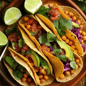 Für die krossen Kichererbsen-Tacos brauchst du: - 1 Dose (425 g) Kichererbsen, abgetropft und gespült - 8 kleine Tortillas aus Mais oder Weizen - 1 Avocado, in Scheiben geschnitten - 1 Tasse rote Kohl, fein gehobelt - ½ Tasse Salsa (je nach gewünschtem Schärfegrad) - Frischer Koriander, zur Garnitur - Limettenspalten, zum Servieren Diese Zutaten sorgen für eine leckere und nahrhafte Mahlzeit. Die Kichererbsen sind die Hauptdarsteller. Sie sind proteinreich und machen die Tacos sättigend. Für den perfekten Geschmack benötigst du: - 1 Esslöffel Olivenöl - 1 Teelöffel Chili-Pulver - 1 Teelöffel Kreuzkümmel - ½ Teelöffel geräuchertes Paprika-Pulver - Salz und Pfeffer nach Geschmack Die Gewürze bringen die Kichererbsen zum Leben. Olivenöl hilft, die Gewürze gut zu verteilen und macht die Kichererbsen knusprig. Chili-Pulver und Kreuzkümmel geben einen warmen, würzigen Geschmack. Beilagen und Toppings sind entscheidend: - Avocado sorgt für Cremigkeit. - Roter Kohl gibt einen knackigen Biss. - Salsa bringt Frische und Schärfe. - Frischer Koriander verleiht ein tolles Aroma. Mit diesen Beilagen wird jede Tortilla zu einem kleinen Fest. Du kannst die Tacos nach deinem Geschmack anpassen. Möchtest du mehr Schärfe? Füge einfach mehr Salsa hinzu. Die vollständige Rezeptanleitung findest du in der Rubrik "Full Recipe". Zuerst öffne die Dose mit Kichererbsen. Gieße sie in ein Sieb und spüle sie gut ab. Tupfe die Kichererbsen mit einem Küchentuch trocken. Das hilft, die Feuchtigkeit zu entfernen. So werden sie später schön knusprig. Heize deinen Ofen auf 220 °C vor. Lege ein Backblech mit Backpapier aus. Gib die Kichererbsen in eine Schüssel. Füge Olivenöl, Chili-Pulver, Kreuzkümmel, geräuchertes Paprika sowie Salz und Pfeffer hinzu. Mische alles gut, bis die Kichererbsen gleichmäßig gewürzt sind. Verteile sie auf dem Blech. Röste die Kichererbsen 25 bis 30 Minuten. Schüttle das Blech in der Mitte, damit sie gleichmäßig rösten. Während die Kichererbsen rösten, erwärme die Tortillas. Nutze eine trockene Pfanne. Erhitze sie bei mittlerer Hitze. Röste jede Tortilla etwa 30 Sekunden auf jeder Seite. Sie sollen weich und geschmeidig sein. Nimm die knusprigen Kichererbsen aus dem Ofen. Lege sie auf jede Tortilla. Belege die Tacos mit Avocadoscheiben, gehobeltem roten Kohl und Salsa. Garniere sie mit frischem Koriander. Serviere sie mit Limettenspalten für einen spritzigen Geschmack. Du kannst die komplette Anleitung in dem [Full Recipe] finden. Um die Kichererbsen knusprig zu machen, achte darauf, sie gut zu trocknen. Feuchtigkeit macht sie weich. Nutze ein Küchentuch, um sie vor dem Würzen abzutrocknen. Ein weiterer Trick ist, die Kichererbsen in einer einzigen Schicht auf dem Backblech zu verteilen. So können sie gleichmäßig rösten. Die Wahl der Tortillas ist wichtig. Du kannst zwischen Mais- und Weizentortillas wählen. Mais-Tortillas haben einen tollen Geschmack und sind glutenfrei. Weizentortillas sind weicher und sehr beliebt. Erwärme die Tortillas in einer trockenen Pfanne. So werden sie flexibel und lecker. Die Schärfe deiner Tacos kannst du leicht anpassen. Nutze Salsa mit mildem oder scharfem Geschmack. Wenn du es milder magst, wähle eine milde Salsa. Für mehr Schärfe, probiere eine würzige Salsa. Du kannst auch frische Jalapeños hinzufügen, um den Tacos einen extra Kick zu geben. {{image_4}} Vegane krosse Kichererbsen-Tacos sind einfach und köstlich. Du brauchst nur Kichererbsen, Tortillas und frische Zutaten. Die Kichererbsen machen die Tacos herzhaft und nahrhaft. Verwende pflanzliche Öle und frische Gemüse für die Füllung. Belege deine Tacos mit Avocado, Salsa und Koriander. So bleiben sie frisch und lecker. Variiere deine Füllungen für mehr Spaß. Du kannst verschiedene Gemüse wie Paprika oder Zucchini verwenden. Auch schwarze Bohnen passen gut dazu. Wenn du mehr Geschmack willst, füge Gewürze wie Knoblauch oder Zwiebel hinzu. Eine Kombination aus Kichererbsen und Gemüse macht die Tacos bunt und gesund. Experimentiere mit verschiedenen Kräutern, um neue Aromen zu entdecken. Wenn du glutenfrei isst, wähle Mais-Tortillas. Diese sind leicht und gut für Tacos. Achte darauf, dass die Kichererbsen und Gewürze ebenfalls glutenfrei sind. Du kannst auch Salatblätter statt Tortillas verwenden. So erhältst du eine frische, knusprige Option. Glutenfreie Kichererbsen-Tacos sind lecker und sättigend. Probiere verschiedene Kombinationen, um deinen Lieblingsgeschmack zu finden. Für das vollständige Rezept schau dir die [Full Recipe] an. Wenn du Reste von deinen Kichererbsen-Tacos hast, lagere sie in einem luftdichten Behälter. Stelle sicher, dass die Tacos gut abgekühlt sind, bevor du sie in den Kühlschrank legst. So bleiben sie frisch und lecker. Du kannst die Kichererbsen und die Tortillas auch getrennt aufbewahren. Das hilft, die Knusprigkeit der Kichererbsen zu bewahren. Um die Kichererbsen wieder knusprig zu machen, lege sie auf ein Backblech. Heize deinen Ofen auf 200 °C (392 °F) vor und röste sie für 10 Minuten. Die Tortillas kannst du in einer Pfanne bei mittlerer Hitze aufwärmen. So werden sie weich und geschmeidig. Die Kichererbsen sind im Kühlschrank etwa 3 bis 4 Tage haltbar. Frisches Gemüse wie Avocado und Kohl hält sich ebenfalls gut, aber die Avocado kann schnell braun werden. Achte darauf, die Avocado in einem separaten Behälter zu lagern. Salsa bleibt etwa eine Woche frisch im Kühlschrank. Damit kannst du deine Kichererbsen-Tacos immer wieder genießen! Du kannst die Kichererbsen im Voraus rösten. Dies spart Zeit. Bereite sie bis zu zwei Tage vorher zu. Lagere die Kichererbsen in einem luftdichten Behälter im Kühlschrank. Erwärme sie vor dem Servieren im Ofen. Die Tortillas kannst du ebenfalls vorbereiten. Wickele sie in Folie und bewahre sie bei Raumtemperatur auf. So bleiben sie frisch und weich. Ja, du kannst verschiedene Gewürze ausprobieren. Paprika und Knoblauchpulver passen gut. Auch Curry oder italienische Kräuter sind lecker. Experimentiere mit deinen Lieblingsgewürzen, um neue Geschmäcker zu entdecken. Du kannst sogar eine scharfe Sauce hinzufügen, um den Tacos mehr Pepp zu geben. Krosse Kichererbsen-Tacos sind sehr nahrhaft. Kichererbsen sind reich an Eiweiß und Ballaststoffen. Sie helfen dir, dich lange satt zu fühlen. Das Gemüse wie Avocado und Kohl liefert wichtige Vitamine. Diese Tacos sind ideal für eine gesunde Ernährung. Sie sind einfach und lecker, ohne auf Nährstoffe zu verzichten. Die besten Kichererbsen-Tacos findest du oft in veganen oder vegetarischen Restaurants. Viele Food-Trucks bieten sie ebenfalls an. Achte auf lokale Märkte, die frische Zutaten nutzen. Frage Einheimische nach ihren Lieblingsorten. Oft gibt es geheime Hotspots, die du nicht verpassen solltest. Die Krosse Kichererbsen-Tacos sind einfach zuzubereiten und sehr lecker. Wir haben die Hauptzutaten, Gewürze und Toppings besprochen. Die Schritt-für-Schritt-Anleitung macht das Kochen leicht. Unsere Tipps sorgen für extra Knusprigkeit. Variationen bieten viele Optionen, und die Lagerungshinweise helfen, Reste zu nutzen. Kichererbsen-Tacos sind vielseitig, nahrhaft und voller Geschmack. Probiere sie aus und entdecke deine Favoriten!