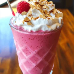 Für unseren Himbeer-Mandel Glücks-Milchshake braucht ihr einige frische Zutaten. Diese Zutaten sorgen für einen tollen Geschmack und eine cremige Textur. Hier sind die Hauptzutaten: - 1 ½ Tassen frische oder gefrorene Himbeeren - 1 Tasse Mandelmilch - ½ Tasse Vanilleeis oder eine milchfreie Alternative - 1 Esslöffel Mandelbutter - 1 Esslöffel Honig oder Ahornsirup - ½ Teelöffel reinen Vanilleextrakt - ½ Tasse zerstoßenes Eis, falls ihr frische Himbeeren benutzt - Schlagsahne zur Garnierung (optional) - Geschnittene Mandeln zur Dekoration Diese Zutaten machen den Milchshake frisch und lecker. Die Himbeeren bringen eine fruchtige Note, während die Mandelmilch und das Vanilleeis eine cremige Basis bieten. Um euren Milchshake noch schöner zu machen, könnt ihr einige Zubehörteile nutzen. Hier sind einige tolle Ideen: - Große Gläser oder Becher - Ein Mixer, um alles gut zu vermischen - Ein Strohhalm oder langer Löffel zum Trinken - Schlagsahne für den extra Genuss - Geschnittene Mandeln zum Bestreuen Die Dekoration macht euer Getränk nicht nur schöner, sondern auch einladender. Falls ihr eine der Hauptzutaten nicht habt, gibt es viele Alternativen. Hier sind einige Vorschläge: - Statt Mandelmilch könnt ihr auch Hafermilch oder Sojamilch verwenden. - Anstelle von Vanilleeis könnt ihr gefrorene Bananen pürieren, um eine milchfreie Option zu haben. - Für eine süßere Variante könnt ihr mehr Honig oder Agavendicksaft nehmen. - Wenn ihr keine frischen Himbeeren habt, könnt ihr auch andere Beeren verwenden, wie Erdbeeren oder Blaubeeren. Diese Alternativen bieten euch die Freiheit, euren Milchshake nach eurem Geschmack anzupassen. So wird jeder Schluck zu einem Genuss! Um den perfekten Himbeer-Mandel Milchshake zu machen, starten Sie mit frischen oder gefrorenen Himbeeren. Je nach Vorliebe verwenden Sie zerstoßenes Eis oder nicht. Mischen Sie die Himbeeren in einem Mixer. Wenn Sie gefrorene Himbeeren nutzen, lassen Sie das Eis weg. Mixen Sie alles, bis die Mischung schön glatt ist. Jetzt ist es Zeit, die anderen Zutaten hinzuzufügen. Geben Sie die Mandelmilch, das Vanilleeis, die Mandelbutter, den Honig oder Ahornsirup und den Vanilleextrakt in den Mixer. Diese Zutaten sorgen für einen tollen Geschmack und eine cremige Textur. Mischen Sie alles gut durch, bis alles gut vermengt ist. Hier sind einige wichtige Schritte, um sicherzustellen, dass Ihr Milchshake perfekt wird: - Überprüfen Sie die Konsistenz. Wenn es zu dick ist, fügen Sie mehr Mandelmilch hinzu. - Schmecken Sie den Milchshake während des Mixens. So können Sie die Süße nach Ihrem Wunsch anpassen. - Halten Sie den Mixer ab und kratzen Sie die Seiten ab, um alle Zutaten gleichmäßig zu vermischen. Um einen besonders cremigen Milchshake zu erhalten, beachten Sie diese Tipps: - Verwenden Sie hochwertiges Vanilleeis. Das verbessert den Geschmack. - Kühlen Sie die Gläser vor dem Servieren. So bleibt der Milchshake länger kalt. - Toppen Sie den Shake mit Schlagsahne und Mandeln für eine schöne Präsentation. Mit diesen Schritten und Tipps gelingt Ihnen der Himbeer-Mandel Milchshake garantiert. Für die vollständige Anleitung schauen Sie sich das [Full Recipe] an. Einer der häufigsten Fehler ist, die Himbeeren nicht richtig vorzubereiten. Verwenden Sie frische oder gefrorene Himbeeren. Wenn Sie gefrorene Himbeeren verwenden, brauchen Sie kein Eis. Das sorgt für einen dicken, cremigen Milchshake. Ein weiterer Fehler ist, die Zutaten nicht gut zu mischen. Stellen Sie sicher, dass alles glatt und gut vermengt ist. Stoppen Sie den Mixer und schaben Sie die Seiten ab, wenn nötig. Jeder hat einen anderen Geschmack. Beginnen Sie mit 1 Esslöffel Honig oder Ahornsirup. Probieren Sie den Milchshake und fügen Sie mehr Süße hinzu, wenn nötig. Sie können auch andere Süßungsmittel verwenden, wie Stevia oder Agavendicksaft. Achten Sie darauf, die Süße schrittweise anzupassen, um den perfekten Geschmack zu finden. Gießen Sie den Milchshake in gekühlte Gläser. Das sieht toll aus! Für einen besonderen Touch, fügen Sie Schlagsahne obenauf hinzu. Streuen Sie geschnittene Mandeln darüber, um eine tolle Textur zu schaffen. Sie können auch ein paar frische Himbeeren an den Rand des Glases stecken. So wird Ihr Milchshake nicht nur lecker, sondern auch ein echter Hingucker! {{image_4}} Wenn Sie eine vegane Version des Himbeer-Mandel Glücks-Milchshakes machen möchten, gibt es einfache Alternativen. Ersetzen Sie die Mandelmilch durch eine beliebige milchfreie Milch. Hafermilch oder Kokosmilch sind tolle Optionen. Für das Eis verwenden Sie ein milchfreies Vanilleeis. So bleibt der Shake lecker und vegan. Falls Sie keine Himbeeren haben, probieren Sie andere Früchte. Erdbeeren, Blaubeeren oder sogar Bananen passen gut. Diese Früchte bringen ihren eigenen Geschmack und machen den Shake frisch. Sie können auch eine Mischung aus verschiedenen Beeren verwenden. Das gibt dem Shake eine schöne Farbe und viel Fruchtgeschmack. Um den Geschmack zu variieren, experimentieren Sie mit anderen Zutaten. Fügen Sie etwas Kakao hinzu, um einen schokoladigen Milchshake zu machen. Oder probieren Sie einen Schuss Zimt für einen warmen, würzigen Geschmack. Wenn Sie Nüsse mögen, können Sie auch Walnüsse oder Cashews einmischen. Diese Variationen machen jeden Milchshake einzigartig und spannend. Um den Himbeer-Mandel Milchshake frisch zu halten, bewahre ihn in einem luftdichten Behälter auf. Du kannst auch mit Frischhaltefolie abdecken. Dies hilft, den Geschmack und die Frische zu bewahren. Stelle den Behälter in den Kühlschrank, um ihn kühl zu halten. Im Kühlschrank bleibt der Milchshake bis zu 24 Stunden frisch. Nach dieser Zeit kann der Geschmack und die Textur leiden. Wenn du den Milchshake nach 24 Stunden trinkst, schüttle ihn gut durch. So vermischst du die Zutaten wieder. Wenn du mehr Milchshake machst, kannst du ihn auch einfrieren. Fülle ihn dazu in einen gefriergeeigneten Behälter. Lass etwas Platz, da sich die Flüssigkeit beim Einfrieren ausdehnt. So bleibt der Milchshake bis zu einem Monat haltbar. Um ihn zu genießen, lass ihn über Nacht im Kühlschrank auftauen. Mische ihn dann wieder gut durch, bevor du ihn servierst. Der Milchshake bleibt im Kühlschrank etwa 1 Tag frisch. Nach 24 Stunden kann er sich trennen. Rühren Sie ihn gut um, bevor Sie ihn genießen. Für den besten Geschmack trinken Sie ihn frisch. Ja, Sie können andere Nüsse verwenden. Cashews oder Walnüsse passen gut. Diese Nüsse bringen ihren eigenen Geschmack. Experimentieren Sie mit verschiedenen Nüssen, um neue Aromen zu entdecken. Himbeeren sind reich an Vitaminen und Antioxidantien. Sie unterstützen das Immunsystem und fördern die Verdauung. Mandeln bieten gesunde Fette und Eiweiß. Sie helfen, den Cholesterinspiegel zu senken und fördern die Herzgesundheit. Diese Kombination macht den Milchshake nicht nur lecker, sondern auch nahrhaft. Ein Himbeer-Mandel Milchshake ist einfach und lecker. Wir haben die Hauptzutaten, wie Himbeeren und Mandeln, besprochen. Die Schritt-für-Schritt-Anleitung hilft Ihnen, den perfekten Milchshake zuzubereiten. Tipps und Tricks helfen, häufige Fehler zu vermeiden und die Süße anzupassen. Auch verschiedene Variationen und Lagerinformationen sind wichtig. Denken Sie daran, diese einfachen Schritte zu befolgen. Genießen Sie jeden Schluck und experimentieren Sie mit neuen Geschmäckern. Ein guter Milchshake bringt Freude und ist leicht zuzubereiten.