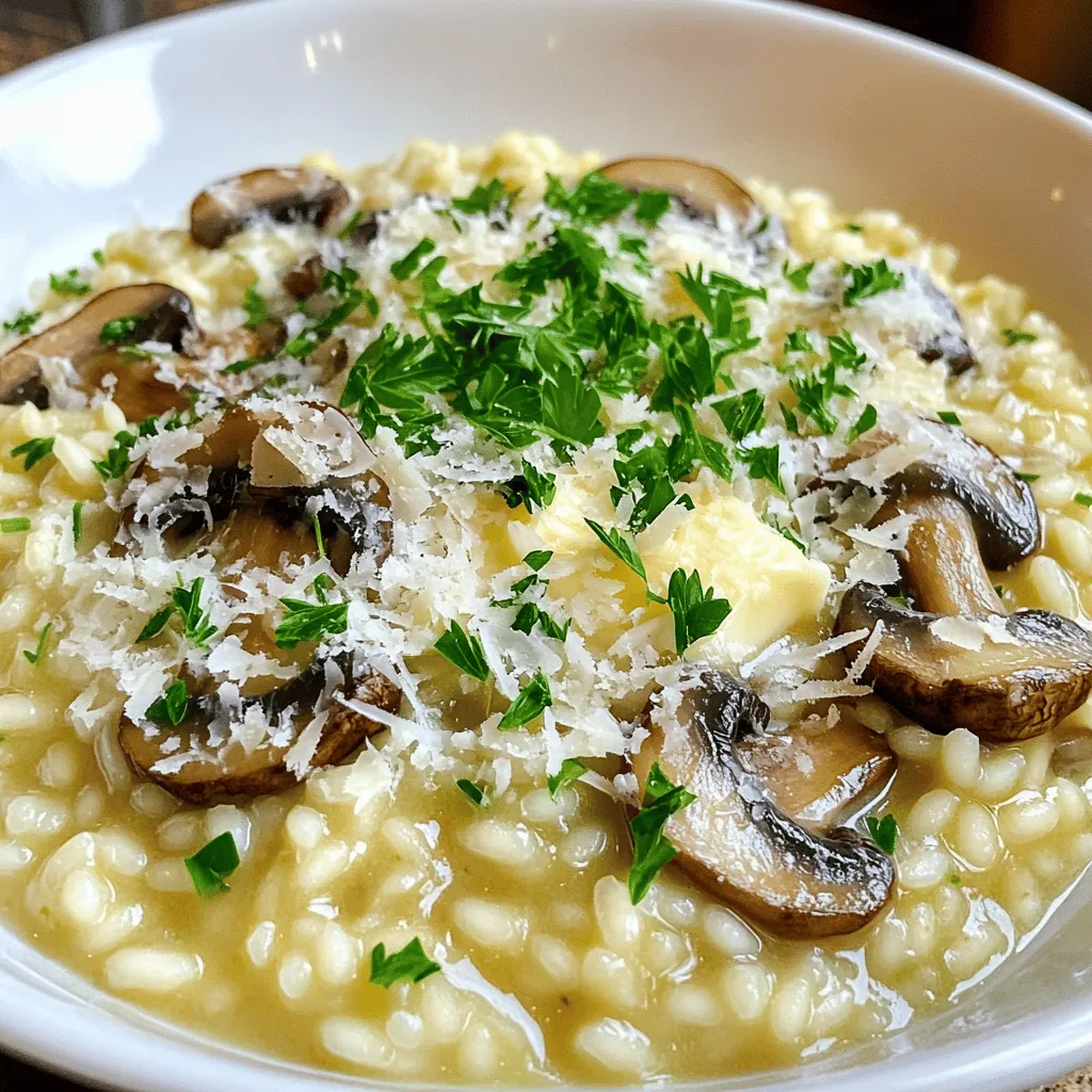 Um ein leckeres Knoblauchbutter-Pilzrisotto zu machen, brauchen Sie: - 1 Tasse Arborio-Reis - 4 Tassen Gemüsebrühe - 2 Esslöffel ungesalzene Butter - 2 Esslöffel Olivenöl - 3 Knoblauchzehen, fein gehackt - 1 kleine Zwiebel, fein gewürfelt - 1 Tasse Pilze (Cremini oder Champignons), in Scheiben geschnitten - 1/2 Tasse geriebener Parmesan - Salz und Pfeffer nach Geschmack - Frische Petersilie, gehackt zur Garnitur Diese Zutaten machen das Risotto cremig und voller Geschmack. Falls Sie einige Zutaten nicht haben, gibt es gute Alternativen: - Arborio-Reis kann durch Carnaroli-Reis ersetzt werden. - Verwenden Sie statt Gemüsebrühe auch Hühnerbrühe. - Für die Butter kann auch Margarine verwendet werden. - Parmesan kann durch einen anderen Hartkäse ersetzt werden. Mit diesen Alternativen bleibt das Gericht lecker und einzigartig. Frische Pilze geben viel Geschmack. Ich empfehle, Cremini oder Champignons zu wählen. Diese sind leicht zu finden und sehr schmackhaft. Getrocknete Pilze sind auch eine gute Wahl. Sie haben einen intensiven Geschmack. Weichen Sie sie vorher in warmem Wasser ein. Dadurch wird ihr Aroma noch besser. Wenn Sie die Pilze gut auswählen, wird Ihr Risotto noch köstlicher. Experimentieren Sie mit verschiedenen Sorten, um neue Aromen zu entdecken. Um Knoblauchbutter-Pilzrisotto zuzubereiten, folge diesen einfachen Schritten: 1. Erhitze die Gemüsebrühe in einem mittelgroßen Topf bei niedriger Hitze. Halte sie warm. 2. Schmelze in einer großen Pfanne 1 Esslöffel Butter und 2 Esslöffel Olivenöl bei mittlerer Hitze. 3. Füge die gewürfelte Zwiebel hinzu. Sautiere sie 3-4 Minuten lang, bis sie durchsichtig ist. 4. Gib den gehackten Knoblauch und die geschnittenen Pilze dazu. Brate sie an, bis die Pilze zart sind, etwa 5 Minuten. 5. Rühre den Arborio-Reis in die Pfanne. Achte darauf, dass er gut mit Butter und Öl bedeckt ist. Lass den Reis 1-2 Minuten kochen, bis die Körner leicht transparent sind. 6. Beginne, die warme Gemüsebrühe schaufelweise hinzuzufügen. Rühre oft um. Warte, bis die Brühe fast vollständig absorbiert ist, bevor du mehr hinzufügst. Dies dauert 18-20 Minuten. 7. Wenn der Reis gar ist, schalte die Hitze aus und rühre die restliche Butter und den geriebenen Parmesan ein. 8. Schmecke das Risotto mit Salz und Pfeffer ab. Mische die gehackte Petersilie unter. 9. Lass das Risotto eine Minute ruhen, bevor du es servierst. Die richtige Konsistenz ist entscheidend für perfektes Risotto. Hier sind die wichtigen Schritte: - Rühre häufig um. Das sorgt dafür, dass der Reis gleichmäßig kocht. - Füge die Brühe schaufelweise hinzu. Zu viel auf einmal macht das Risotto matschig. - Lass den Reis nach dem Kochen etwas ruhen. So kann er eindicken und cremig werden. Das Timing beim Hinzufügen der Brühe ist wichtig: - Beginne, wenn die Zwiebeln und der Knoblauch duften. - Warte, bis die Brühe fast ganz absorbiert ist, bevor du mehr hinzufügst. - Beachte die Zeit. Der gesamte Prozess sollte etwa 18-20 Minuten dauern. Wenn du diese Schritte befolgst, wird dein Risotto wunderbar cremig und köstlich. Für die vollständige Anleitung, schau dir das Rezept für Knoblauchbutter-Pilzrisotto an. Ein häufiger Fehler beim Risotto ist, zu viel Brühe auf einmal hinzuzufügen. Dies führt zu einem matschigen Ergebnis. Fügen Sie immer nur einen Schöpflöffel Brühe hinzu. Warten Sie, bis der Reis die Flüssigkeit fast ganz aufgenommen hat, bevor Sie mehr Brühe geben. So bleibt das Risotto cremig und perfekt. Um ein besonders cremiges Risotto zu erreichen, verwenden Sie Arborio-Reis. Dieser Reis hat mehr Stärke. Das sorgt für die gewünschte Textur. Rühren Sie während des Kochens häufig. So setzen Sie die Stärke frei und fördern die Cremigkeit. Zum Schluss fügen Sie etwas Butter und Parmesan hinzu. Diese Zutaten machen das Gericht noch reichhaltiger. Ein guter Topf ist wichtig. Ein breiter, niedriger Topf hilft, die Hitze gleichmäßig zu verteilen. Ein Holzlöffel eignet sich am besten zum Rühren. So vermeiden Sie Kratzer. Ein Schöpfkelle ist nützlich, um die Brühe hinzuzufügen. Diese Utensilien machen die Zubereitung einfacher und effizienter. Für das Knoblauchbutter-Pilzrisotto finden Sie die vollständige Anleitung in der [Full Recipe]. {{image_4}} Um ein veganes Knoblauchbutter-Pilzrisotto zu machen, ersetzen Sie die Butter. Nutzen Sie stattdessen vegane Margarine oder Olivenöl. Parmesan ist ebenfalls nicht vegan. Verwenden Sie Hefeflocken oder veganen Käse als würzige Alternative. Diese Anpassungen geben dem Gericht einen ähnlichen Geschmack. So bleibt das Risotto cremig und lecker. Variieren Sie Ihr Risotto nach Lust und Laune. Fügen Sie Gemüse wie Spinat, Erbsen oder Paprika hinzu. Brokkoli passt auch gut. Wenn Sie mehr Protein möchten, denken Sie an Erbsen oder sogar Tofu. Jede Zutat bringt ihren eigenen Geschmack. Experimentieren Sie mit frischen Kräutern für zusätzlichen Pep. Jeder hat andere Vorlieben. Wenn Sie es schärfer mögen, fügen Sie etwas Chili oder Pfeffer hinzu. Für eine süßere Note probieren Sie geröstete Zwiebeln oder einen Schuss Balsamico. Gehen Sie auch mit den Pilzen kreativ um. Mischen Sie verschiedene Sorten wie Shiitake oder Portobello. So entstehen neue und spannende Geschmackserlebnisse. Finden Sie Ihre perfekte Mischung aus dem [Full Recipe]. Um übrig gebliebenes Risotto zu lagern, lassen Sie es zuerst abkühlen. Füllen Sie es dann in einen luftdichten Behälter. So bleibt es frisch. Lagern Sie das Risotto im Kühlschrank. Es bleibt bis zu drei Tage gut. Zum Wiedererwärmen geben Sie das Risotto in einen Topf. Fügen Sie einen Schuss Brühe oder Wasser hinzu. Erhitzen Sie es bei schwacher Hitze. Rühren Sie oft um, bis es warm ist. So bleibt die cremige Textur erhalten. Im Kühlschrank hält sich das Risotto etwa drei Tage. Wenn Sie es länger aufbewahren möchten, frieren Sie es ein. Füllen Sie es dazu in einen Gefrierbehälter. So bleibt es bis zu drei Monate frisch. Denken Sie daran, es vor dem Essen vollständig aufzutauen. Verwenden Sie die Anleitung aus dem [Full Recipe], um das Risotto perfekt zuzubereiten. Die Zubereitung von Knoblauchbutter-Pilzrisotto dauert insgesamt etwa 35 Minuten. Die Vorbereitungszeit beträgt 10 Minuten, und das Kochen dauert etwa 25 Minuten. In dieser Zeit wird der Reis schön cremig und die Aromen verbinden sich gut. Ja, du kannst Rotwein verwenden. Ein Schuss trockener Rotwein gibt dem Risotto eine schöne Tiefe. Füge den Wein nach dem Anbraten der Zwiebeln hinzu. Lass den Wein dann kurz einkochen, bevor du die Brühe hinzufügst. Wenn du keinen Parmesan hast, probiere Pecorino oder Grana Padano. Diese Käsesorten haben ähnliche Aromen und Schmelzeigenschaften. Du kannst auch einen veganen Käse oder Hefeflocken verwenden, wenn du eine pflanzliche Option suchst. Sie geben einen tollen Geschmack ohne Milchprodukte. Knoblauchbutter-Pilzrisotto ist einfach und köstlich. Wir haben die Zutaten, die Zubereitung und viele Tipps behandelt. Das richtige Timing und die Wahl der Zutaten sind entscheidend für den Geschmack. Experimentiere mit Variationen und finde deine Lieblingsversion. Achte auf die Lagerung, um Reste optimal zu nutzen. Kochen macht Freude, und ein gutes Risotto bringt Glück ins Zuhause. Du bist nun bereit, dein eigenes Risotto zu kreieren!