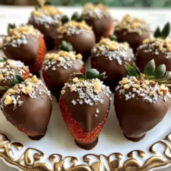 Für dieses Rezept brauchen Sie nur einige einfache Zutaten. Hier ist, was Sie benötigen: - 450 g frische Erdbeeren, entstielt - 150 g laktosefreie Zartbitterschokoladenstückchen - 1 Esslöffel Kokosöl - 1 Teelöffel Vanilleextrakt - Meersalz zum Bestreuen (optional) - Geraspelter Kokosnuss oder gehackte Nüsse zur Dekoration (optional) Diese Zutaten sorgen für einen tollen Geschmack und eine schöne Präsentation. Die Erdbeeren bringen Frische, während die Schokolade eine süße Note hinzufügt. Kokosöl macht die Schokolade cremiger. Die Hauptzutaten sind vegan und laktosefrei. Das Rezept ist also gut für Menschen mit Laktoseintoleranz oder veganer Ernährung. Achten Sie darauf, dass die Schokolade keine Milchprodukte enthält. Überprüfen Sie die Verpackung, um sicherzugehen. Wenn Sie Nüsse verwenden wollen, seien Sie vorsichtig. Nüsse sind häufige Allergene. Diese Erdbeeren sind auch glutenfrei, was sie für viele Menschen geeignet macht. Ich empfehle einige Marken, die gute vegane Schokolade machen. Eine beliebte Marke ist "Enjoy Life". Sie bieten viele Sorten ohne Allergene an. Eine andere gute Wahl ist "Theo Chocolate". Ihre Produkte sind bio und lecker. "Lindt" hat auch vegane Optionen, die gut sind. Diese Marken bieten eine große Auswahl an Geschmäckern. So können Sie die perfekte Schokolade für Ihre Erdbeeren auswählen. Schokolade macht den Unterschied! Nehmen Sie sich Zeit, um die richtige Marke zu finden. Zuerst wasche ich die Erdbeeren unter fließendem Wasser. Danach tupfe ich sie mit einem Papiertuch trocken. Es ist wichtig, dass die Erdbeeren komplett trocken sind. Wenn sie nass sind, haftet die Schokolade nicht gut. Ich empfehle, die Erdbeeren erst kurz vor dem Eintauchen zu waschen. So bleiben sie frisch und lecker. Für die Schokolade nehme ich eine mikrowellengeeignete Schüssel. Ich gebe die laktosefreien Zartbitterschokoladenstückchen und das Kokosöl hinein. Dann erhitze ich die Mischung in der Mikrowelle. Ich mache das in 30-Sekunden-Intervallen und rühre zwischendurch um. So wird die Schokolade gleichmäßig cremig. Achte darauf, dass die Schokolade nicht zu heiß wird, um Klumpen zu vermeiden. Wenn die Schokolade geschmolzen ist, rühre ich den Vanilleextrakt ein. Das gibt der Schokolade einen tollen Geschmack. Jetzt kommt der spaßige Teil: das Eintauchen der Erdbeeren! Ich tauche jede Erdbeere in die geschmolzene Schokolade. Ich lasse die überschüssige Schokolade abtropfen und lege die Erdbeeren auf ein mit Backpapier ausgelegtes Backblech. - Tipps für das perfekte Eintauchen in Schokolade: - Halte die Erdbeeren am Stiel, um sie besser zu tauchen. - Tauche die Erdbeeren schnell ein, damit die Schokolade nicht zu fest wird. - Bestreue die Erdbeeren sofort mit Meersalz oder wälze sie in geraspelter Kokosnuss oder gehackten Nüssen. Das gibt zusätzlichen Geschmack und Textur. Nach dem Eintauchen stelle ich das Backblech für mindestens 30 Minuten in den Kühlschrank. So kann die Schokolade fest werden. Dann sind die veganen Schokoladenüberzogenen Erdbeeren bereit zum Genießen! Wenn du mehr Details brauchst, schau dir das [Full Recipe] an. Ein häufiger Fehler ist, die Erdbeeren nicht richtig zu trocknen. Wenn sie nass sind, bleibt die Schokolade nicht gut haften. Ein weiterer Fehler ist das Überhitzen der Schokolade. Die Schokolade soll sanft geschmolzen werden, um Klumpen zu vermeiden. Manchmal taucht man die Erdbeeren nicht schnell genug ein. Die Schokolade kann dann fest werden, bevor die Erdbeeren gut überzogen sind. Um die perfekte Konsistenz zu erreichen, füge etwas Kokosöl hinzu. Das macht die Schokolade glatter und einfacher zum Eintauchen. Erwärme die Schokolade in kleinen Schritten. Rühre nach jedem Intervall gut um. Achte darauf, dass die Schokolade glänzend aussieht. Dies zeigt, dass sie richtig geschmolzen ist. Eine gute Konsistenz bleibt beim Eintauchen an den Erdbeeren haften. Die Präsentation macht viel aus. Arrangiere die schokoladenüberzogenen Erdbeeren auf einer schönen Platte. Du kannst die Erdbeeren mit etwas zusätzlicher geschmolzener Schokolade verzieren. Ein wenig gesiebtes Kakaopulver oben drauf sieht auch toll aus. Für mehr Crunch, wälze die Erdbeeren in geraspelter Kokosnuss oder gehackten Nüssen. Diese kleinen Extras machen deine Erdbeeren noch leckerer und hübscher. {{image_4}} Die Schokolade für deine veganen Schokoladenüberzogenen Erdbeeren ist vielseitig. Du kannst verschiedene Geschmäcker ausprobieren. Füge zum Beispiel einen Hauch von Zimt hinzu. Das gibt eine warme Note. Auch ein wenig Orangenschale kann die Schokolade aufpeppen. Das bringt Frische. Du kannst sogar etwas Kaffee- oder Espressopulver einrühren. Das sorgt für einen tiefen, reichen Geschmack. Erdbeeren sind großartig, aber du kannst auch andere Früchte verwenden. Himbeeren und Blaubeeren passen gut. Ihre Säure ergänzt die Süße der Schokolade. Du kannst auch Trauben oder Ananasstücke probieren. Diese Früchte sind leicht und erfrischend. Denke daran, die Früchte gut zu waschen und trocken zu tupfen. So bleibt die Schokolade besser haften. Das Dekorieren deiner Erdbeeren macht sie noch spannender. Nutze geraspelte Kokosnuss für einen tropischen Touch. Du kannst auch verschiedene Nüsse verwenden. Mandeln oder Haselnüsse geben einen schönen Crunch. Hacke sie grob und wälze die Erdbeeren darin. Für mehr Geschmack kannst du auch ein wenig Meersalz hinzufügen. Es hebt die Süße der Schokolade hervor. Die Variationen sind endlos. Probiere neue Kombinationen aus und finde deine Favoriten! Du findest das vollständige Rezept für vegane Schokoladenüberzogene Erdbeeren in diesem Artikel. Die Lagerung ist wichtig, um den Geschmack und die Textur zu bewahren. Bewahre die Erdbeeren in einem luftdichten Behälter auf. Ein Glasbehälter oder eine Plastikbox funktioniert gut. Achte darauf, dass die Schokolade nicht zerkratzt wird. Lege ein Stück Backpapier zwischen die Erdbeeren, wenn du sie stapelst. So bleiben sie frisch und lecker. Im Kühlschrank halten sich die veganen Schokoladenüberzogenen Erdbeeren etwa 3 bis 5 Tage. Nach dieser Zeit können sie weich werden und ihren Geschmack verlieren. Es ist am besten, sie so schnell wie möglich zu genießen. Wenn die Schokolade anfängt, zu blättern, ist es Zeit, sie zu entsorgen. Falls du nach dem Eintauchen noch geschmolzene Schokolade übrig hast, lass sie abkühlen. Du kannst sie für andere Rezepte verwenden. Fülle sie in eine kleine Schüssel und stelle sie in den Kühlschrank. Wenn sie fest wird, kannst du sie für Kekse oder Früchte nutzen. Einfach wieder schmelzen und genießen! Nicht alle Schokoladen sind vegan. Viele enthalten Milch oder Milchprodukte. Um sicherzugehen, schauen Sie auf die Zutatenliste. Vegane Schokoladen nutzen pflanzliche Zutaten. Diese Schokoladen sind oft aus Kakaomasse, Kakaobutter und Süßungsmitteln gemacht. Achten Sie auf das Label „vegan“, um die beste Wahl zu treffen. Vegane Schokolade finden Sie in vielen Geschäften. Supermärkte haben oft eine spezielle Bio- oder Veganer-Abteilung. Online-Shops bieten eine große Auswahl. Beliebte Marken können direkt auf ihren Websites bestellt werden. Auch in Reformhäusern finden Sie vegane Schokoladen. Dort sind die Mitarbeiter oft sehr hilfsbereit. Ja, Sie können die Erdbeeren einfrieren! Achten Sie darauf, sie vollständig abkühlen zu lassen. Legen Sie die Erdbeeren auf ein Backblech und frieren Sie sie zuerst ein. Nach ein paar Stunden können Sie die Erdbeeren in einem Behälter lagern. So bleiben sie frisch und köstlich. Ich empfehle, sie innerhalb von drei Monaten zu genießen. Vegane schokoladengekühlte Erdbeeren sind lecker und einfach zuzubereiten. Wir haben die besten Zutaten, Tipps und Variationen besprochen. Die richtige Schokolade und Technik machen den Unterschied. Achte auf die häufigsten Fehler, um perfekte Erdbeeren zu genießen. Lagere sie richtig, damit sie frisch bleiben. Mit diesen Infos kannst du kreativ werden und dir oder anderen eine Freude machen. Viel Spaß beim Zubereiten und Genießen!