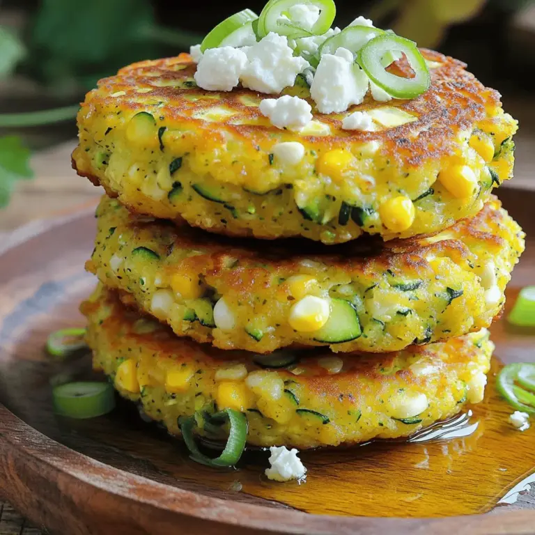 Zucchini ist die Hauptzutat in diesem Rezept. Sie macht die Cakes saftig und leicht. Wichtig ist, dass du die Zucchini richtig vorbereitest. Reibe sie und drücke sie gut aus. So entfernst du überschüssige Feuchtigkeit. Das hilft, dass die Cakes nicht matschig werden. Für den Mais hast du die Wahl zwischen frischem oder gefrorenem Mais. Frischer Mais hat einen süßen, knackigen Geschmack. Gefrorener Mais ist praktisch und oft genauso gut. Beide Sorten passen gut in die Mischung. Weizen- und Maismehl spielen eine wichtige Rolle. Weizenmehl sorgt für Struktur. Maismehl bringt einen nussigen Geschmack. Diese Kombination macht die Cakes besonders lecker. Eier sind wichtig für die Bindung. Du kannst auch Eierersatz verwenden, wenn du möchtest. Zum Beispiel, Apfelmus oder Leinsamen sind gute Alternativen. Sie helfen, die Mischung zusammenzuhalten. Die richtigen Gewürze geben den Cakes den perfekten Geschmack. Knoblauchpulver und geräuchertes Paprikapulver sind hier besonders wichtig. Sie bringen Tiefe und Aroma. Sei nicht schüchtern mit dem Salz und Pfeffer. Optional kannst du Feta-Käse hinzufügen. Er bringt eine salzige Note und mehr Geschmack. Zerbröselten Feta unter die Mischung zu geben, macht die Cakes noch besser. Für die vollständige Anleitung, schau dir das [Full Recipe] an. Um die Zucchini richtig vorzubereiten, musst du sie zuerst gut waschen. Schneide die Enden ab und reibe die Zucchini grob. Lege die geriebene Zucchini in ein sauberes Küchentuch. Drücke die Zucchini fest, um überschüssige Feuchtigkeit zu entfernen. Dies hilft, die Cakes knusprig zu machen. Stelle dann alle Zutaten zusammen. Du benötigst: - 2 mittelgroße Zucchini, gerieben - 1 Tasse süße Maiskörner (frisch oder gefroren) - 1/2 Tasse Weizenmehl - 1/2 Tasse Maismehl - 2 große Eier - 1/4 Tasse grüne Zwiebeln, fein gehackt - 1/2 Teelöffel Backpulver - 1/2 Teelöffel Knoblauchpulver - 1/2 Teelöffel geräuchertes Paprikapulver - Salz und Pfeffer nach Geschmack - 1/4 Tasse Feta-Käse, zerbröselt (optional) - Olivenöl zum Braten In einer großen Schüssel mischst du die gut abgetropfte Zucchini, den süßen Mais, das Weizen- und Maismehl sowie die gehackten Zwiebeln. In einer separaten Schüssel schlägst du die Eier auf und verrührst sie gut. Füge die Eier zur Gemüsemischung hinzu. Wichtig ist, dass du alles gut vermengst, bis keine Klumpen mehr vorhanden sind. Achte darauf, die trockenen Zutaten gleichmäßig zu verteilen. Dann füge das Backpulver, Knoblauchpulver, geräuchertes Paprikapulver sowie Salz und Pfeffer hinzu. Wenn du magst, kannst du auch den zerbröselten Feta-Käse unterheben. Erhitze eine antihaftbeschichtete Pfanne bei mittlerer Hitze. Gib einen Spritzer Olivenöl in die Pfanne, sodass der Boden leicht bedeckt ist. Wenn das Öl heiß ist, nimm einen Esslöffel und forme kleine Portionen aus der Mischung. Gib sie in die Pfanne und drücke sie leicht flach. Brate die Cakes für etwa 3-4 Minuten auf jeder Seite, bis sie goldbraun und knusprig sind. Wende die Cakes vorsichtig mit einem Pfannenwender. Nimm die fertigen Cakes aus der Pfanne und lasse sie auf Küchenpapier abtropfen. Wiederhole diesen Schritt mit dem restlichen Teig und füge nach Bedarf mehr Olivenöl hinzu. Für die vollständige Zubereitung schau dir das Rezept in [Full Recipe] an! Um die besten Zucchini Corn Cakes zu machen, müssen wir die Feuchtigkeit der Zucchini reduzieren. Zucchini hat viel Wasser. Wenn wir sie reiben, legen wir sie in ein Küchentuch. Wir drücken fest, bis das Wasser fast ganz draußen ist. Das macht die Cakes knuspriger. Die Hitze ist auch wichtig. Wir müssen die Pfanne auf mittlere Hitze stellen. Wenn das Öl heiß ist, dann können wir die Cakes braten. Wenn die Hitze zu hoch ist, brennen sie außen an, aber innen bleiben sie roh. Die Zucchini Corn Cakes schmecken toll mit verschiedenen Beilagen. Ein frischer Salat passt gut dazu. Auch ein Dip aus Joghurt mit Kräutern ist lecker. Beide bringen frische und Geschmack. Für die Präsentation lege ich die Cakes auf einen schönen Teller. Ich dekoriere mit frischen Kräutern. Ein Klecks griechischer Joghurt macht den Teller schöner und gibt extra Geschmack. Man kann die Cakes gut im Voraus machen. Wir können den Teig bis zu 24 Stunden im Kühlschrank aufbewahren. So sind sie schnell bereit zum Braten. Wenn wir die Cakes aufbewahren, lassen wir sie zuerst abkühlen. Dann legen wir sie in einen Behälter. Wir können sie bis zu drei Tage im Kühlschrank lagern. Zum Aufwärmen können wir sie einfach in die Pfanne legen. So werden sie wieder knusprig. Alternativ können wir sie auch im Ofen bei 180 Grad aufwärmen. {{image_4}} Für Zucchini Corn Cakes gibt es viele gute Alternativen. Wenn Sie glutenfrei kochen möchten, verwenden Sie einfach eine Mischung aus Reis- und Kichererbsenmehl. Diese Mehle geben den Cakes eine gute Textur. Für vegetarische und vegane Optionen können Sie die Eier durch Leinsamen oder Chia-Samen ersetzen. Mischen Sie einen Esslöffel Leinsamen mit drei Esslöffeln Wasser und lassen Sie es quellen. Das funktioniert gut als Ei-Ersatz. Um den Geschmack zu variieren, können Sie verschiedene Kräuter und Gewürze hinzufügen. Frischer Basilikum oder Dill bringen einen tollen Geschmack. Auch etwas Cayennepfeffer kann für eine scharfe Note sorgen. Experimentieren Sie mit verschiedenen Käsearten. Anstatt Feta können Sie auch Cheddar oder Parmesan verwenden. Diese Käse geben den Cakes eine neue und spannende Geschmacksrichtung. Dips und Saucen passen hervorragend zu den Zucchini Corn Cakes. Ein einfacher Joghurt-Dip mit Zitrone und Knoblauch ist frisch und lecker. Auch eine Salsa aus frischen Tomaten ist eine gute Wahl. Servieren Sie die Cakes als Teil eines Buffets. Sie sind leicht zu teilen und sehen schön auf einem großen Teller aus. Fügen Sie frische Gemüsesticks oder einen bunten Salat hinzu, um das Gericht zu ergänzen. Für das vollständige Rezept schauen Sie sich die [Full Recipe] an. Um die Zucchini Corn Cakes frisch zu halten, lege sie in einen luftdichten Behälter. So bleiben sie länger lecker. Du kannst sie bis zu drei Tage im Kühlschrank aufbewahren. Achte darauf, dass sie vollständig abgekühlt sind, bevor du sie einpackst. So vermeidest du Feuchtigkeit, die die Cakes matschig machen kann. Du kannst die Zucchini Corn Cakes auch einfrieren. Lass sie zuerst abkühlen. Lege dann die Cakes in einen einzelnen Layer auf ein Backblech und friere sie für etwa eine Stunde ein. Das hilft, sie zu trennen, damit sie nicht zusammenkleben. Danach kannst du sie in einen Gefrierbeutel geben und bis zu drei Monate im Gefrierschrank aufbewahren. Um die Cakes aufzutauen, nimm sie aus dem Gefrierbeutel und lege sie in den Kühlschrank. Lasse sie dort über Nacht auftauen. Du kannst sie dann in einer Pfanne oder im Ofen aufwärmen. Brate sie kurz in etwas Öl oder heize den Ofen auf 180 Grad Celsius und backe sie für 10 Minuten. So werden sie wieder knusprig und lecker. Um Zucchini Corn Cakes glutenfrei zu machen, kannst du verschiedene Mehle nutzen. Hier sind einige Optionen: - Reismehl: Es hat eine feine Textur und bindet gut. - Kichererbsenmehl: Es gibt einen nussigen Geschmack und ist reich an Eiweiß. - Mandelmehl: Es sorgt für eine leichte Süße und eine gute Feuchtigkeit. Du kannst auch eine Mischung dieser Mehle verwenden. Achte darauf, die Menge anzupassen, um die richtige Konsistenz zu erreichen. Ja, du kannst die Cakes auch im Ofen backen. Hier sind einige Tipps: - Backtemperatur: Heize den Ofen auf 200 Grad Celsius vor. - Backblech: Verwende ein mit Backpapier ausgelegtes Blech. - Backzeit: Backe die Cakes etwa 15-20 Minuten, bis sie goldbraun sind. Wende sie nach der ersten Hälfte der Backzeit, um eine gleichmäßige Bräunung zu erreichen. Um die besten Zucchini auszuwählen, achte auf diese Merkmale: - Größe: Wähle kleine bis mittelgroße Zucchini. Sie sind zarter. - Haut: Die Haut sollte glatt und glänzend sein. - Festigkeit: Drücke leicht darauf. Sie sollten fest und nicht weich sein. Frische Zucchini haben auch einen milden Duft. Das Geheimnis für knusprige Corn Cakes liegt in der Zubereitung. Hier sind einige Techniken: - Wasser entfernen: Drücke die Zucchini gut aus, um überschüssiges Wasser zu entfernen. - Hitze: Erhitze das Öl gut, bevor du die Cakes hineinlegst. - Dünn formen: Mache die Cakes flach. So braten sie gleichmäßig und werden knusprig. Achte darauf, sie nicht zu überfüllen, damit sie gut bräunen. Zucchini Corn Cakes sind vielseitig und lecker. Wir haben die Hauptzutaten, die Zubereitung und wichtige Tipps besprochen. Wähle gute Zucchini und die richtige Maisart, um den besten Geschmack zu erzielen. Denke an kreative Varianten und Beilagen, um dein Gericht zu verfeinern. Mit den richtigen Lagerungshinweisen bleiben die Cakes frisch. Experimentiere ruhig mit verschiedenen Rezepten und genieße das Kochen. So wirst du immer neue Ideen finden, um deine Zucchini Corn Cakes zu verbessern.