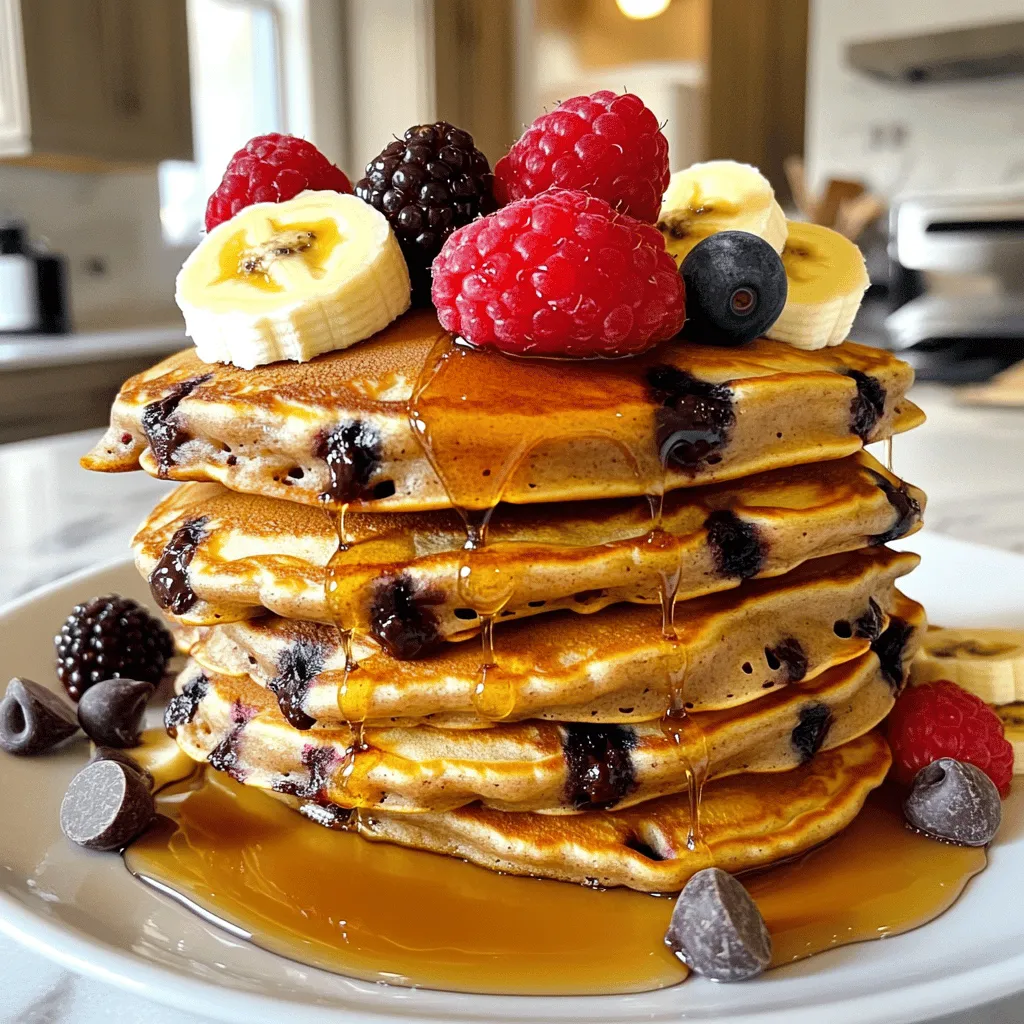 Für perfekte Schokoladenstückchen-Pfannkuchen brauchst du einige Hauptzutaten. Sie sind einfach zu finden und machen das Gericht lecker. Hier sind die wichtigsten Zutaten: - 1 Tasse Allzweckmehl - 2 Esslöffel Zucker - 1 Esslöffel Backpulver - 1/2 Teelöffel Natron - 1/4 Teelöffel Salz - 1 Tasse Buttermilch (oder normale Milch mit 1 Esslöffel Essig) - 1 großes Ei - 2 Esslöffel geschmolzene Butter (plus zusätzliches für das Braten) - 1/2 Teelöffel Vanilleextrakt - 1/2 Tasse Schokoladenstückchen - Optional: Frische Beeren oder Bananenscheiben zum Garnieren Diese Zutaten geben den Pfannkuchen ihren süßen und schokoladigen Geschmack. Manchmal hast du vielleicht nicht alle Zutaten zur Hand. Das ist kein Problem! Hier sind ein paar Alternativen: - Verwende Vollkornmehl statt Allzweckmehl für mehr Ballaststoffe. - Honig oder Ahornsirup können Zucker ersetzen. - Statt Buttermilch kannst du normale Milch mit Essig nehmen. - Für eine vegane Option kannst du eine pflanzliche Milch und einen Leinsamen-Ei-Ersatz verwenden. - Wenn du keine Schokoladenstückchen hast, probiere es mit Nüssen oder Trockenfrüchten. Diese Alternativen machen die Pfannkuchen trotzdem köstlich. Die Wahl der Zutaten ist wichtig für den Geschmack. Hier sind einige Tipps: - Wähle frische Zutaten. Alte Eier oder Milch können den Geschmack verderben. - Achte auf hochwertige Schokoladenstückchen. Sie machen einen großen Unterschied im Geschmack. - Verwende frische Beeren oder Bananen. Sie sorgen für einen tollen Geschmack und eine schöne Präsentation. - Kaufe Bio-Zutaten, wenn möglich. Sie sind oft gesünder und schmackhafter. Mit diesen Tipps wählst du die besten Zutaten für deine Schokoladenstückchen-Pfannkuchen. Wenn du die Zutaten bereit hast, kannst du mit dem Kochen beginnen. Für das vollständige Rezept schau dir den [Full Recipe] an. Bevor wir anfangen, sammeln wir alle Zutaten. Das macht das Kochen einfacher. Hier sind die Zutaten, die du brauchst: - 1 Tasse Allzweckmehl - 2 Esslöffel Zucker - 1 Esslöffel Backpulver - 1/2 Teelöffel Natron - 1/4 Teelöffel Salz - 1 Tasse Buttermilch oder normale Milch mit Essig - 1 großes Ei - 2 Esslöffel geschmolzene Butter - 1/2 Teelöffel Vanilleextrakt - 1/2 Tasse Schokoladenstückchen - Optional: Frische Beeren oder Bananenscheiben Sorge dafür, dass die Zutaten Zimmertemperatur haben. Das hilft dem Teig, besser aufzugehen. Nimm eine mittlere Schüssel und gib das Mehl, den Zucker, das Backpulver, das Natron und das Salz hinein. Vermenge alles gut mit einem Schneebesen. In einer anderen Schüssel verrühre die Buttermilch, das Ei, die geschmolzene Butter und den Vanilleextrakt, bis sie glatt sind. Gieße die nassen Zutaten in die trockenen. Rühre vorsichtig mit einem Teigschaber. Du willst den Teig nicht übermischen. Ein paar Klümpchen sind in Ordnung. Jetzt füge die Schokoladenstückchen hinzu und hebe sie sanft unter. Erhitze eine antihaftbeschichtete Pfanne bei mittlerer Hitze. Gib ein kleines Stück Butter in die Pfanne. Wenn die Pfanne heiß ist, gieße etwa 1/4 Tasse Teig für jeden Pfannkuchen hinein. Brate ihn, bis Blasen an der Oberfläche erscheinen und die Ränder fest sind, etwa 2-3 Minuten. Wende den Pfannkuchen vorsichtig und brate die andere Seite für 1-2 Minuten, bis sie goldbraun ist. Halte die fertigen Pfannkuchen warm, während du den Rest backst. Serviere sie mit frischen Beeren oder Bananenscheiben. Du wirst die Schokoladenstückchen lieben! Wenn du mehr über diese leckeren Pfannkuchen erfahren möchtest, schau dir das Full Recipe an. Um perfekte Schokoladenstückchen-Pfannkuchen zu machen, achte auf die folgenden Punkte: - Verwende frische Zutaten. Alte Backpulver oder Mehlsorten können den Teig schwer machen. - Mische die trockenen und nassen Zutaten getrennt, bevor du sie kombinierst. Das sorgt für einen gleichmäßigen Teig. - Rühre den Teig nur kurz. Einige Klümpchen sind in Ordnung. Zu viel Rühren macht die Pfannkuchen zäh. - Lass den Teig nach dem Mischen 5 bis 10 Minuten ruhen. Dies hilft, die Textur zu verbessern. Hier sind einige häufige Fehler, die du vermeiden solltest: - Nicht genug Hitze in der Pfanne. Wenn die Pfanne zu kalt ist, backt der Pfannkuchen nicht richtig. - Zu viel Teig auf einmal. Verwende etwa 1/4 Tasse pro Pfannkuchen. - Zu frühes Wenden. Warte, bis die Blasen auf der Oberseite erscheinen, bevor du wendest. - Pfanne nicht einfetten. Ein wenig Butter verhindert, dass die Pfannkuchen kleben. Die Wahl der Pfanne ist wichtig. Hier sind meine Empfehlungen: - Nutze eine antihaftbeschichtete Pfanne. So bleiben die Pfannkuchen nicht kleben. - Eine gusseiserne Pfanne ist auch gut, aber sie muss gut eingefettet sein. - Achte auf eine Pfanne mit einem dicken Boden. Dies sorgt für gleichmäßige Hitzeverteilung. - Verwende eine mittlere Größe, um mehrere Pfannkuchen gleichzeitig zu braten. Für das volle Geschmackserlebnis, probiere die [Full Recipe] aus. {{image_4}} Um vegane Schokoladenstückchen-Pfannkuchen zu machen, ersetze die Milch. Verwende pflanzliche Milch wie Mandel- oder Hafermilch. Nimm anstelle des Eis einen Esslöffel Chiasamen oder Leinsamen. Mische den Samen mit drei Esslöffeln Wasser und lasse es 5 Minuten stehen. Das wird eine tolle Bindung geben. Du kannst auch vegane Butter für die geschmolzene Butter verwenden. Diese Anpassungen machen die Pfannkuchen nicht nur vegan, sondern auch super lecker. Für glutenfreie Pfannkuchen nutze glutenfreies Mehl. Es gibt viele Mischungen, die gut funktionieren. Achte darauf, dass das Mehl eine Mischung aus Reismehl und Kartoffelstärke enthält. Diese Mischung sorgt für eine gute Textur. Du kannst auch Mandelmehl verwenden, um einen nussigen Geschmack zu erhalten. Mische die Zutaten wie im Rezept und genieße die glutenfreien Pfannkuchen! Die Toppings machen das Pfannkuchenessen noch spannender. Du kannst frische Beeren wie Erdbeeren oder Himbeeren hinzufügen. Auch Bananenscheiben sind eine tolle Wahl. Für einen besonderen Kick, streue etwas Zimt oder Nüsse über die Pfannkuchen. Wenn du es süßer magst, probiere Ahornsirup oder Honig. Ein Klecks Schlagsahne rundet das Ganze ab. Diese Extras machen die Pfannkuchen zu einem echten Genuss! Um Schokoladenstückchen-Pfannkuchen frisch zu halten, lege sie in einen Behälter. Trenne jede Schicht mit Backpapier. So bleiben sie nicht zusammenkleben. Stelle den Behälter in den Kühlschrank. Die Pfannkuchen bleiben so für 2-3 Tage gut. Wenn du Pfannkuchen einfrieren möchtest, lasse sie erst abkühlen. Lege dann die Pfannkuchen in eine einzelne Schicht auf ein Backblech. Friere sie so für eine Stunde ein. Danach kannst du sie stapeln und in einen Gefrierbeutel legen. Sie bleiben bis zu zwei Monate frisch. Um gefrorene Pfannkuchen wieder aufzuwärmen, nimm sie aus dem Gefrierbeutel. Du kannst sie im Toaster oder in der Mikrowelle erwärmen. Wenn du die Mikrowelle nutzt, erhitze sie für 30 Sekunden. Überprüfe, ob sie warm sind. Wenn nicht, wiederhole das. So bleiben sie lecker und saftig. Wenn du mehr über das Rezept erfahren möchtest, klicke hier für das [Full Recipe]. Du kannst Schokoladenstückchen-Pfannkuchen bis zu drei Tage im Kühlschrank aufbewahren. Lagere sie in einem luftdichten Behälter. Wenn du die Pfannkuchen einfrierst, halten sie bis zu zwei Monate. Achte darauf, sie zwischen Schichten von Backpapier zu lagern, damit sie nicht zusammenkleben. Ja, du kannst den Teig im Voraus zubereiten. Halte ihn in einem luftdichten Behälter im Kühlschrank. Der Teig bleibt bis zu 24 Stunden frisch. Rühre ihn vor dem Backen leicht durch, um die Zutaten wieder zu verbinden. Dies spart Zeit an einem geschäftigen Morgen! Es gibt viele tolle Zutaten, die du hinzufügen kannst! Hier sind einige Ideen: - Frische Beeren wie Heidelbeeren oder Erdbeeren - Bananenscheiben für zusätzliche Süße - Nüsse wie Walnüsse oder Mandeln für Crunch - Gewürze wie Zimt oder Muskatnuss für mehr Geschmack - Kokosraspeln für eine tropische Note Diese Variationen machen deine Schokoladenstückchen-Pfannkuchen noch spannender! Schokoladenstückchen-Pfannkuchen sind einfach lecker und vielseitig. Wir haben die Hauptzutaten, Alternativen und Tipps zur Auswahl besprochen. Außerdem hast du eine Schritt-für-Schritt-Anleitung zum Zubereiten erhalten. Vergiss nicht, häufige Fehler zu vermeiden, um perfekte Pfannkuchen zu backen. Denke auch an Variationen wie vegane und glutenfreie Optionen. Halte deine Pfannkuchen frisch, indem du die richtigen Lagerhinweise beachtest. Jetzt kannst du mit diesen neuen Kenntnissen Pfannkuchen zaubern! Viel Spaß beim Ausprobieren!