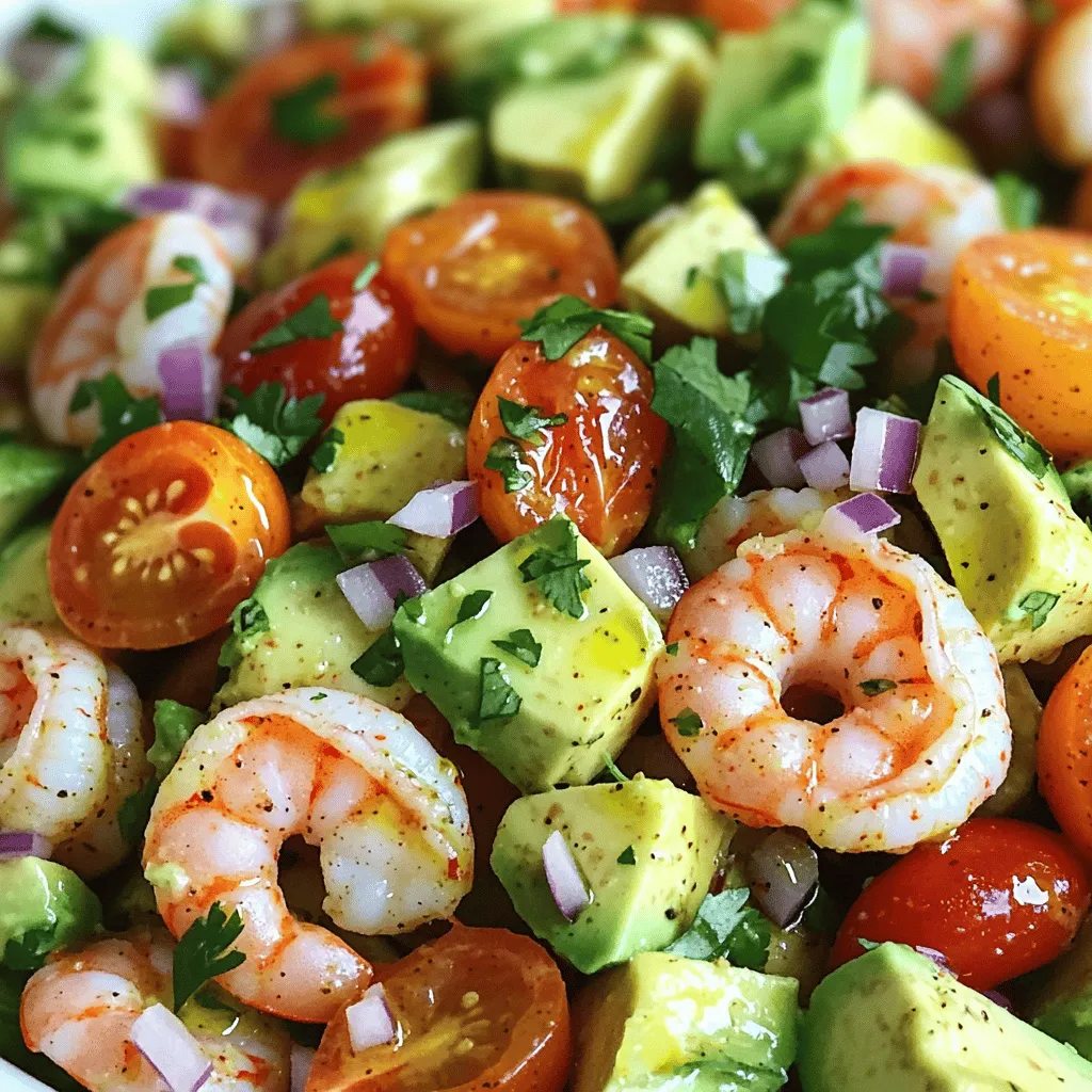 Für diesen Salat benötigen wir einige frische und schmackhafte Zutaten. Hier ist die Liste: - 450 g Garnelen, geschält und entdarmt - 2 reife Avocados, gewürfelt - 1 rote Paprika, gewürfelt - 1 Tasse Kirschtomaten, halbiert - 1 kleine rote Zwiebel, fein gehackt - 2 Knoblauchzehen, gehackt Diese Zutaten sorgen für eine gute Mischung aus Texturen und Aromen. Die Garnelen bringen den Meeresgeschmack, während die Avocados eine cremige Note hinzufügen. Die Gewürze und Öle machen den Salat lebendig. Hier sind die wichtigen: - 1 Esslöffel Olivenöl - 1 Esslöffel Limettensaft - 1 Teelöffel Chilipulver - ½ Teelöffel Cayennepfeffer (nach Geschmack anpassen) - Salz und Pfeffer nach Geschmack Das Olivenöl und der Limettensaft bringen Frische. Chilipulver und Cayennepfeffer geben den scharfen Kick. Passen Sie die Mengen an, je nachdem, wie scharf Sie es mögen. Es gibt viele Möglichkeiten, diesen Salat anzupassen. Hier sind einige optionale Zutaten, die Sie hinzufügen können: - Gurken, gewürfelt - Mais, frisch oder aus der Dose - Schwarze Bohnen - Avocado-Püree für extra Cremigkeit - Frischer Koriander, gehackt (zur Garnitur) Diese Zutaten bringen mehr Geschmack und Farbe in den Salat. Experimentieren Sie gerne, um Ihren perfekten Scharfen Garnelen-Avocado-Salat zu finden. Sie können das gesamte Rezept hier finden: [Full Recipe]. Um die Garnelen richtig zu marinieren, nehmen Sie eine große Schüssel. Geben Sie die Garnelen hinein. Fügen Sie Olivenöl, Limettensaft, Chilipulver, Cayennepfeffer, Salz und Pfeffer hinzu. Mischen Sie alles gut. Lassen Sie die Garnelen etwa 15 Minuten marinieren. Dadurch nehmen sie die leckeren Aromen auf. Erhitzen Sie eine Pfanne auf mittlerer bis hoher Hitze. Wenn die Pfanne heiß ist, fügen Sie die marinierten Garnelen hinzu. Garen Sie die Garnelen 2 bis 3 Minuten auf jeder Seite. Sie sind fertig, wenn sie rosa und undurchsichtig sind. Nehmen Sie die Pfanne vom Herd und lassen Sie die Garnelen kurz abkühlen. Während die Garnelen abkühlen, bereiten Sie das Gemüse vor. Schneiden Sie die Avocados, die rote Paprika und die Kirschtomaten. Hacken Sie die rote Zwiebel fein. In einer großen Schüssel kombinieren Sie die gewürfelten Avocados, Paprika, Kirschtomaten und die Zwiebel. Mischen Sie alles gut miteinander. Nachdem die Garnelen abgekühlt sind, fügen Sie sie zur Gemüse-Mischung hinzu. Mischen Sie vorsichtig, damit alles gleichmäßig verteilt ist. Wenn Sie mehr Informationen zur Zubereitung suchen, schauen Sie sich das [Full Recipe] an. Um die Garnelen perfekt zu garen, achte auf die Farbe. Sie sollten rosa und nicht mehr durchsichtig sein. Die Hitze muss hoch genug sein, aber nicht zu hoch. Gar die Garnelen nur 2-3 Minuten pro Seite. Übergaren macht sie zäh. Lass die Garnelen nach dem Garen kurz abkühlen. So bleiben sie saftig und zart. Du kannst die Schärfe des Salats leicht anpassen. Reduziere das Chilipulver oder Cayennepfeffer, wenn du es milder magst. Füge etwas Honig oder Mango hinzu, um einen süßen Geschmack zu erhalten. Für mehr Frische kannst du Limettensaft und frischen Koriander erhöhen. Diese Änderungen machen den Salat vielseitig und lecker. Für eine schöne Präsentation serviere den Salat in einer großen Schüssel. Achte darauf, die Farben der Zutaten gut sichtbar zu machen. Du kannst den Salat auch in Avocadohälften füllen. Das sieht nicht nur gut aus, sondern ist auch praktisch. Garniere mit frischem Koriander. Das gibt dem Gericht einen frischen Touch. So wird der Salat zum Hingucker auf jedem Tisch. Für das vollständige Rezept, schau hier: [Full Recipe]. {{image_4}} Wenn Sie auf Garnelen verzichten möchten, gibt es tolle Optionen. Probieren Sie Kichererbsen oder schwarze Bohnen. Diese sind nahrhaft und geben dem Salat einen tollen Biss. Auch Tofu ist eine gute Wahl. Marinieren Sie ihn wie die Garnelen für mehr Geschmack. Möchten Sie mehr Geschmack? Fügen Sie ein paar Avocado-Scheiben hinzu. Sie sorgen für Cremigkeit und Frische. Auch Feta-Käse passt gut. Er bringt eine salzige Note in den Salat. Für einen extra Kick können Sie Jalapeños oder frische Chili hinzufügen. So wird es richtig scharf und aufregend. Nutzen Sie die Saison für frische Zutaten. Im Sommer sind süße Pfirsiche oder Wassermelonen eine tolle Ergänzung. Im Herbst können Sie geröstete Kürbiswürfel verwenden. Sie bringen eine süße Tiefe in den Salat. Im Winter sind Granatäpfel eine bunte, saftige Wahl. Experimentieren Sie mit dem, was in Ihrer Region gerade frisch ist. Für das komplette Rezept schauen Sie sich den [Full Recipe] an. Sobald du den Salat zubereitet hast, ist es wichtig, ihn richtig zu lagern. Du kannst den Salat in einem luftdichten Behälter aufbewahren. Stelle sicher, dass keine Luft eindringen kann. So bleibt der Salat frisch. Im Kühlschrank hält er sich etwa 1-2 Tage. Die Garnelen sind dann noch zart, und die Aromen bleiben gut erhalten. Es wird nicht empfohlen, den Salat einzufrieren. Die Avocados und die Tomaten verlieren ihre Textur. Wenn du jedoch die Garnelen aufbewahren möchtest, kannst du sie separat einfrieren. Stelle sicher, dass sie gut verpackt sind. So kannst du sie bis zu 3 Monate aufbewahren. Wenn du bereit bist, sie zu verwenden, tau sie im Kühlschrank auf. Um den Salat frisch zu halten, füge die Avocados erst kurz vor dem Servieren hinzu. Sie oxidieren schnell und werden braun. Du kannst auch etwas Limettensaft über die Avocados träufeln, um die Farbe zu erhalten. Wenn möglich, lagere die Garnelen und das Gemüse separat. Wenn du diese Tipps befolgst, bleibt dein Scharfer Garnelen-Avocado-Salat frisch und lecker. Um den Salat im Voraus zu machen, bereiten Sie die Garnelen und das Gemüse getrennt vor. Marinieren Sie die Garnelen und kochen Sie sie nach Anleitung. Lassen Sie sie dann abkühlen. Schneiden Sie das Gemüse, aber mischen Sie es erst kurz vor dem Servieren mit den Garnelen. So bleibt alles frisch und knackig. Wenn Sie den Salat im Kühlschrank aufbewahren, hält er sich bis zu 24 Stunden. Ja, gefrorene Garnelen funktionieren gut für diesen Salat. Achten Sie darauf, sie vor der Verwendung gut aufzutauen. Legen Sie die Garnelen einfach über Nacht in den Kühlschrank oder tauen Sie sie in kaltem Wasser auf. Nach dem Auftauen, gut abtropfen lassen und dann marinieren. So können Sie auch bei gefrorenen Garnelen den vollen Geschmack genießen. Zu diesem Salat passen viele Beilagen gut. Probieren Sie knuspriges Brot oder Tortilla-Chips. Ein frisches Baguette eignet sich auch perfekt, um die Aromen aufzusaugen. Zudem können Sie einen einfachen grünen Salat oder eine leichte Suppe dazu servieren. Diese Beilagen ergänzen den scharfen Garnelen-Avocado-Salat wunderbar und bringen Abwechslung auf den Tisch. Der scharfe Garnelen-Avocado-Salat ist einfach, gesund und lecker. Wir haben die Hauptzutaten und wichtige Gewürze besprochen. Die Schritt-für-Schritt-Anleitung macht das Kochen leicht. Mit unseren Tipps und Tricks gelingen die Garnelen perfekt. Die Variationen sind zahlreich und passen sich deinem Geschmack an. Denke daran, den Salat frisch zu lagern. Du kannst ihn bis zu zwei Tage im Kühlschrank aufbewahren. Mit diesen Infos kannst du den Salat ganz einfach zubereiten und genießen. Trau dich, neue Kombinationen auszuprobieren!