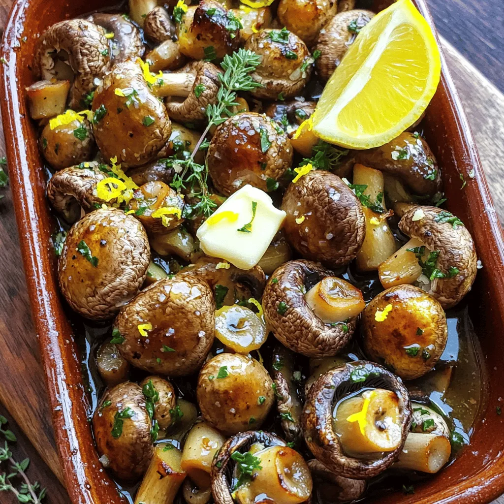 - 500 g gemischte Pilze (Cremini, Shiitake und Champignons) - 4 Esslöffel ungesalzene Butter - 4 Knoblauchzehen, fein gehackt - 2 Esslöffel frische Petersilie, gehackt - 1 Teelöffel frische Thymianblätter - Salz und Pfeffer nach Geschmack - 1 Esslöffel Zitronensaft - Abrieb von 1 Zitrone Ich liebe die Einfachheit dieses Rezepts. Die Zutaten sind frisch und leicht zu finden. Pilze bringen viel Geschmack in jedes Gericht. Ich benutze eine Mischung aus Cremini, Shiitake und Champignons. Diese Pilze haben alle verschiedene Aromen und Texturen. Die ungesalzene Butter ist der Schlüssel. Sie schmilzt gut und nimmt die Aromen auf. Der Knoblauch gibt den Pilzen den perfekten Biss. Ich hacke ihn fein, um seinen Geschmack zu verstärken. Petersilie und Thymian fügen Frische hinzu und machen das Gericht bunt. Zitronensaft und -abrieb bringen eine spritzige Note. Diese Aromen ergänzen sich hervorragend. Das Gericht wird noch besser, wenn Sie frische Kräuter verwenden. Sie bringen Farbe und Duft in Ihr Essen. Dieses Rezept ist einfach, aber die Aromen sind großartig. Für das vollständige Rezept, schauen Sie in die entsprechende Sektion. - Pilze reinigen und putzen: Nehmen Sie die gemischten Pilze und wischen Sie sie mit einem feuchten Tuch ab. So entfernen Sie Schmutz und Rückstände. Schneiden Sie die Pilze in Hälften oder Viertel, je nach Größe. - Knoblauch und Kräuter vorbereiten: Hacken Sie die Knoblauchzehen fein. Nehmen Sie die frische Petersilie und den Thymian. Hacken Sie die Petersilie grob und zupfen Sie die Thymianblätter ab. - Butter schmelzen und mit Pilzen vermengen: Geben Sie die ungesalzene Butter in einen kleinen Topf. Lassen Sie sie bei mittlerer Hitze schmelzen. Gießen Sie die geschmolzene Butter über die vorbereiteten Pilze in einer großen Schüssel. - Gewürze und Kräuter hinzufügen: Fügen Sie den gehackten Knoblauch, die Petersilie, die Thymianblätter, Salz und Pfeffer hinzu. Mischen Sie alles gut, sodass die Pilze gleichmäßig mit der Butter und den Gewürzen überzogen sind. - Ofen vorheizen und Pilze verteilen: Heizen Sie den Ofen auf 200 °C vor. Legen Sie ein Backblech mit Backpapier aus. Verteilen Sie die Pilze gleichmäßig darauf. - Rösten und zwischendurch umschwenken: Rösten Sie die Pilze für etwa 20 Minuten. Mischen Sie die Pilze nach 10 Minuten, damit sie gleichmäßig bräunen. Sie sind fertig, wenn sie goldbraun und duftend sind. Die Garzeit für Knoblauchbutter Röstpilze ist wichtig. Ich empfehle, die Pilze etwa 20 Minuten bei 200 °C zu rösten. Überwachen Sie die Pilze während des Röstens. Rühren Sie sie nach 10 Minuten um, um eine gleichmäßige Bräunung zu erreichen. So stellen Sie sicher, dass sie goldbraun und zart werden. Für den perfekten Geschmack können Sie die Gewürze anpassen. Fügen Sie mehr Salz oder Pfeffer hinzu, je nach Ihrem Geschmack. Experimentieren Sie mit anderen Kräutern. Rosmarin oder Oregano geben den Pilzen eine neue Note. Diese kleinen Änderungen machen einen großen Unterschied. Die Präsentation der Röstpilze ist wichtig. Servieren Sie sie in einer rustikalen Schale. Garnieren Sie mit frischer Petersilie und einem Zitronenschnitz. So schaffen Sie einen schönen Farbkontrast. Für das perfekte Foto nutzen Sie natürliches Licht. Halten Sie die Schale einfach und klar, um die Pilze hervorzuheben. {{image_4}} Du kannst viele Pilzarten verwenden, um verschiedene Geschmäcker zu erzielen. Portobello-Pilze sind groß und fleischig. Pfifferlinge bringen eine süße Note. Mischungen aus verschiedenen Pilzen machen dein Gericht noch interessanter. Jedes Mal, wenn du eine andere Art wählst, bekommst du einen neuen Geschmack. Die Kräuter sind wichtig für den Geschmack. Du kannst Thymian durch Oregano oder Rosmarin ersetzen. Diese Kräuter geben den Röstpilzen einen schönen, aromatischen Geschmack. Eine weitere leckere Idee ist das Hinzufügen von Parmesan. Der Käse schmilzt und gibt eine tolle, salzige Note ab. Probiere es aus, um deine Pilze zu verfeinern. Wenn du eine vegane Option suchst, ist pflanzliche Butter eine gute Wahl. Sie hat einen ähnlichen Geschmack wie normale Butter. Du kannst auch andere Zutaten verwenden, um tierische Produkte zu vermeiden. Zum Beispiel: Nüsse oder Hefeflocken können einen reichhaltigen Geschmack hinzufügen. Diese Tipps helfen dir, ein köstliches veganes Gericht zuzubereiten. Röstpilze sind einfach zu lagern. Lassen Sie sie zuerst abkühlen. Wenn sie kühl sind, legen Sie sie in einen luftdichten Behälter. So bleiben sie frisch. Im Kühlschrank halten sich die Röstpilze bis zu drei Tage. Achten Sie darauf, sie nicht zu lange aufzubewahren. Um Röstpilze wieder aufzuwärmen, nutzen Sie eine Pfanne. Erhitzen Sie sie bei mittlerer Hitze. Fügen Sie etwas Butter hinzu, um die Feuchtigkeit zurückzubringen. Eine andere Möglichkeit ist die Mikrowelle. Stellen Sie die Mikrowelle auf mittlere Leistung und erhitzen Sie sie kurz. So bleiben die Pilze weich und lecker. Vermeiden Sie es, sie zu lange zu erhitzen, da sie sonst zäh werden. Wenn Sie Röstpilze für später aufbewahren möchten, können Sie sie einfrieren. Lassen Sie sie zuerst vollständig abkühlen. Packen Sie sie in einen gefrierfesten Beutel. Entfernen Sie so viel Luft wie möglich. So halten sie sich bis zu drei Monate im Gefrierschrank. Zum Auftauen legen Sie sie einfach in den Kühlschrank. Verwenden Sie sie dann in Ihren Lieblingsgerichten! Röstpilze sind im Kühlschrank etwa drei Tage haltbar. Bewahren Sie sie in einem luftdichten Behälter auf. Achten Sie darauf, dass sie gut abgekühlt sind, bevor Sie sie lagern. So bleibt ihr Geschmack frisch. Die Pilze sollten nicht in einer feuchten Umgebung liegen. Feuchtigkeit kann sie schnell verderben lassen. Ja, Sie können Röstpilze im Voraus zubereiten. Kochen Sie sie einfach und lassen Sie sie abkühlen. Lagern Sie die Pilze dann im Kühlschrank. Vor dem Servieren können Sie sie leicht aufwärmen. Achten Sie darauf, sie nicht zu lange zu erhitzen, damit sie nicht matschig werden. So sparen Sie Zeit, wenn Gäste kommen. Knoblauchbutter Röstpilze passen gut zu vielen Beilagen. Sie sind köstlich zu Pasta, Reis oder Quinoa. Servieren Sie sie auch mit frischem Brot oder auf einem Salat. Eine Kombination mit gegrilltem Fleisch oder Fisch macht das Gericht noch besser. Experimentieren Sie mit verschiedenen Beilagen für neue Geschmackserlebnisse. Das vollständige Rezept für Knoblauchbutter Röstpilze finden Sie in der entsprechenden Sektion. Dort stehen alle Zutaten und Schritte, die Sie brauchen, um diese köstlichen Pilze zu machen. Röstpilze sind einfach zuzubereiten und schmecken wunderbar. Wir haben die Zutaten, die Zubereitung und die besten Tipps behandelt. Du kannst mit verschiedenen Pilzen und Gewürzen experimentieren. Denk daran, wie wichtig die Lagerung und das Aufwärmen sind. Das macht einen großen Unterschied für den Geschmack. Probiere diese Röstpilze aus und teile sie mit Freunden. Sie sind perfekt für jede Gelegenheit!