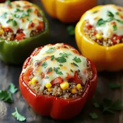 - 4 große Paprika - 450 g gemahlenes Truthahnfleisch - 1 Tasse gekochte Quinoa - 1 Teelöffel italienische Gewürzmischung - 1 Teelöffel geräuchertes Paprikapulver - 1 Tasse geriebener Käse (Mozzarella oder Cheddar) - Zwiebel, Knoblauch, gewürfelte Tomaten - Maiskörner, Olivenöl, Salz und Pfeffer - Frische Petersilie zur Garnierung Die Wahl der Zutaten ist der Schlüssel für leckere gefüllte Paprika. Die Paprika bringen Farbe und Süße. Ich empfehle, große Paprika zu wählen. Sie bieten genug Platz für die Füllung und sehen toll aus. Gemahlenes Truthahnfleisch ist eine gesunde Proteinquelle. Es bleibt saftig und nimmt die Gewürze gut auf. Quinoa gibt der Mischung einen nussigen Geschmack und bietet zusätzliche Nährstoffe. Für die Gewürze verwende ich italienische Gewürzmischung und geräuchertes Paprikapulver. Diese sorgen für einen vollmundigen und herzhaften Geschmack. Käse ist das Tüpfelchen auf dem i. Er schmilzt und macht die Paprika noch köstlicher. Vergiss nicht die frischen Zutaten! Zwiebel und Knoblauch sind ein Muss. Sie geben der Füllung Tiefe und Aroma. Gewürfelte Tomaten und Mais bringen Frische und Süße in das Gericht. Olivenöl, Salz und Pfeffer runden die Mischung ab. Sie sorgen dafür, dass alles gut gewürzt ist. Frische Petersilie gibt einen schönen Kontrast und sieht auf dem Teller toll aus. Für das vollständige Rezept, schau dir die bunte gefüllte Paprika mit Truthahn-Delight an. Heize den Ofen auf 190 °C vor. Die Paprika sind der Star dieses Gerichtes. Schneide die Oberseiten jeder Paprika ab. Entferne die Samen und Membranen innen. Das macht die Paprika viel leckerer. Bestreiche die Außenseite leicht mit Olivenöl. Stelle die Paprika mit der Öffnung nach unten auf ein Backblech. So kann das Wasser ablaufen und sie bleiben knackig. Erhitze zwei Esslöffel Olivenöl in einer großen Pfanne. Füge die gehackte Zwiebel und den Knoblauch hinzu. Brate sie drei bis vier Minuten, bis sie durchsichtig sind. Das gibt einen tollen Duft! Jetzt kommt das gemahlene Truthahnfleisch dazu. Brate es etwa fünf bis sieben Minuten, bis es schön braun ist. Zerbrich das Fleisch während des Bratens. Rühre dann die gewürfelten Tomaten, die gekochte Quinoa und die Maiskörner ein. Füge die italienische Gewürzmischung, das geräucherte Paprikapulver sowie Salz und Pfeffer hinzu. Lass alles fünf Minuten köcheln, bis es gut vermischt ist. Nimm die Pfanne vom Herd und rühre die Hälfte des geriebenen Käses unter. Jetzt ist es Zeit zu füllen! Stelle die Paprika vorsichtig aufrecht. Fülle jede Paprika mit der Truthahn-Mischung. Drücke leicht, um die Füllung gut zu packen. Garnieren kannst du jede gefüllte Paprika mit dem restlichen Käse. Decke das Backblech mit Aluminiumfolie ab. Backe die Paprika 25 Minuten lang. Entferne dann die Folie und backe weitere 10 bis 15 Minuten. So wird der Käse schön goldbraun und blubbert. Lass die gefüllten Paprika etwas abkühlen. Dann sind sie bereit zum Servieren! Die Farben sind einfach toll und laden ein. Für die vollständige Anleitung und alle Details schau dir das [Full Recipe] an. Um gefüllte Paprika perfekt zu machen, ist das richtige Füllen wichtig. Fülle die Paprika nicht zu voll, damit sie beim Backen nicht platzen. Drücke die Füllung leicht fest, damit sie bleibt. Für den Käse kannst du Mozzarella oder Cheddar verwenden. Mozzarella schmilzt gut, während Cheddar einen scharfen Geschmack bringt. Probiere auch andere Käsesorten wie Feta für einen würzigen Kick. Bereite die Paprika im Voraus vor. Du kannst die Füllung einen Tag vorher machen. Bewahre sie im Kühlschrank auf. Die Paprika selbst kannst du auch schon vorbereiten. Schneide sie und entferne die Samen. Halte sie in einem Behälter im Kühlschrank. So sparst du Zeit, wenn du das Gericht zubereitest. Präsentiere die gefüllten Paprika auf einem großen Teller. Garnieren sie mit frischen Kräutern für einen bunten Effekt. Du kannst auch einen grünen Salat dazu servieren. Reis oder Quinoa passen gut als Beilage. Eine einfache Tomatensauce macht das Gericht noch saftiger. Diese Kombination macht die gefüllten Paprika noch leckerer. Für das vollständige Rezept, siehe [Full Recipe]. {{image_4}} Eine gesunde Variante sind gefüllte Paprika mit Bohnen. Sie sind nahrhaft und lecker. Verwenden Sie schwarze Bohnen oder Kidneybohnen. Diese Bohnen sind reich an Ballaststoffen und machen das Gericht sättigender. Eine weitere Option ist, Linsen anstelle von Quinoa zu verwenden. Linsen sind proteinreich und haben eine tolle Konsistenz. Sie geben der Füllung einen schönen Biss und sind einfach zuzubereiten. Möchten Sie etwas Exotisches? Fügen Sie asiatische Gewürze hinzu. Ingwer und Sojasauce bringen neue Aromen. Diese Mischung macht die Paprika spannend und einzigartig. Mexikanische Inspiration ist auch möglich. Verwenden Sie Salsa für einen fruchtigen Kick. Die Schärfe der Salsa passt gut zum Truthahn und den Paprika. Für Käse-Liebhaber gibt es viele Möglichkeiten. Probieren Sie Feta oder Blauschimmelkäse. Diese Käsesorten fügen einen intensiven Geschmack hinzu. Sie schmelzen schön und geben der Füllung einen besonderen Twist. Verschiedene Kräuter können ebenfalls spannend sein. Frischer Oregano oder Thymian hebt den Geschmack. Experimentieren Sie mit Ihren Lieblingskräutern, um die perfekte Mischung zu finden. Um gefüllte Paprika frisch zu halten, lege sie in den Kühlschrank. Verpacke sie in einem luftdichten Behälter. So bleiben sie 3 bis 5 Tage gut. Wenn du die Paprika länger lagern möchtest, kannst du sie einfrieren. - Schritte zum Einfrieren: Lass die Paprika zuerst abkühlen. Lege sie dann in gefriergeeignete Behälter. Du kannst auch Frischhaltefolie verwenden. Beschrifte die Behälter mit dem Datum. - Aufwärmhacks für gefrorene Paprika: Um gefrorene Paprika aufzutauen, lege sie über Nacht in den Kühlschrank. Du kannst sie auch direkt im Ofen erhitzen. Backe sie bei 180 °C für 25-30 Minuten. Nach dem Lagern kannst du die Paprika leicht aufwärmen. - Kurzfristige und langfristige Lagermethoden: Die kurzfristige Methode ist der Kühlschrank. Für langfristige Lagerung ist der Gefrierschrank ideal. - Reheating-Anweisungen: Heize den Ofen auf 190 °C. Decke die Paprika mit Alufolie ab, um Austrocknen zu vermeiden. Backe sie 15-20 Minuten, bis sie heiß sind. Für die genauen Zubereitungsschritte schau dir das vollständige Rezept an. Sie können gefüllte Paprika im Kühlschrank bis zu fünf Tage aufbewahren. Legen Sie sie in einen luftdichten Behälter. Im Gefrierschrank halten sie bis zu drei Monate. Achten Sie darauf, die Paprika gut einzupacken, um Frostschäden zu vermeiden. Ja, andere Füllungen sind möglich. Hier sind einige Beispiele: - Schwarze Bohnen und Reis für eine vegetarische Option. - Hackfleisch vom Rind oder Huhn. - Couscous mit Gemüse für mehr Textur. Diese Alternativen bringen neue Aromen in das Gericht. Um das Gericht gesünder zu gestalten, probieren Sie diese Tipps: - Verwenden Sie mageres Truthahnfleisch oder ersetzen Sie es durch Tofu. - Fügen Sie mehr Gemüse wie Zucchini oder Spinat hinzu. - Nutzen Sie weniger Käse oder wählen Sie fettarmen Käse. Diese Änderungen machen das Rezept leicht und nahrhaft. Das Rezept stammt aus der Tradition, Gemüse zu füllen. Besonders beliebt ist "Bunte gefüllte Paprika mit Truthahn-Delight". Diese Variante kombiniert frische Zutaten und gesunde Füllungen. Es ist eine perfekte Mischung aus Geschmack und Nährstoffen. Gefüllte Paprika sind einfach und lecker. Wir haben Hauptzutaten wie Paprika, Truthahnfleisch und Quinoa verwendet. Gewürze machen das Gericht besonders schmackhaft. Die Schritt-für-Schritt-Anleitung hilft dir, sie perfekt zuzubereiten. Variationen bringen Kreativität ins Spiel. Du kannst verschiedene Füllungen oder Gewürze ausprobieren. Zusätzlich waren Tipps zur Lagerung und Servierempfehlungen wichtig. Nutze unsere Ideen, um dein Essen aufzuwerten und frisch zu halten. Experimentiere mit neuen Aromen und genieße dein Gericht!