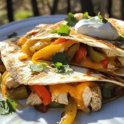 Für die Chicken Fajita Quesadillas brauchst du frische und schmackhafte Zutaten. Hier sind die Hauptzutaten: - 2 Hähnchenbrustfilets, in Streifen geschnitten - 1 Paprika (rot oder grün), in Scheiben geschnitten - 1 mittelgroße Zwiebel, in Scheiben geschnitten - 2 Esslöffel Fajita-Gewürzmischung - 4 große Weizentortillas - 2 Tassen geriebener Cheddar-Käse - 2 Esslöffel Olivenöl - Salz und Pfeffer nach Geschmack - Frischer Koriander, gehackt (zur Dekoration) - Sauerrahm, zum Servieren Diese Zutaten sorgen für einen tollen Geschmack. Du kannst die Quesadillas auch leicht anpassen. Die Fajita-Gewürzmischung macht den Unterschied. Sie gibt den Quesadillas die richtige Würze. Du kannst eine fertige Mischung kaufen oder selbst eine machen. Typische Gewürze sind: - Paprikapulver - Kreuzkümmel - Knoblauchpulver - Zwiebelpulver - Cayennepfeffer Diese Gewürze bringen die Aromen zum Strahlen. Sie passen perfekt zu Hähnchen und Gemüse. Wenn du nicht alle Zutaten hast, keine Sorge! Du kannst Alternativen verwenden. Hier sind einige Vorschläge: - Hähnchen durch Tofu oder Rindfleisch ersetzen. - Paprika durch Zucchini oder Brokkoli ersetzen. - Cheddar-Käse durch Mozzarella oder Gouda ersetzen. Diese Variationen machen das Rezept flexibel. Du kannst die Quesadillas nach deinem Geschmack anpassen. So bleibt das Kochen spannend und lecker. Wenn du die genaue Zubereitung wissen möchtest, schau dir das [Full Recipe] an! Zuerst erhitze ich 1 Esslöffel Olivenöl in einer großen Pfanne. Bei mittlerer Hitze füge ich die Hähnchenbruststreifen hinzu. Ich würze sie mit der Fajita-Gewürzmischung, Salz und Pfeffer. Das Hähnchen brate ich etwa 5 bis 7 Minuten lang, bis es durchgegart ist. Es sollte nicht mehr rosa sein. Dann nehme ich das Hähnchen aus der Pfanne und stelle es beiseite. In die gleiche Pfanne gebe ich einen weiteren Esslöffel Olivenöl. Jetzt kommen die geschnittene Paprika und die Zwiebel dazu. Ich brate das Gemüse etwa 4 bis 5 Minuten lang, bis es zart und leicht karamellisiert ist. Dann füge ich das gebratene Hähnchen zurück in die Pfanne. Ich vermische alles gut und lasse die Mischung 1 bis 2 Minuten köcheln. So verbinden sich die Aromen. Nun heize ich eine separate beschichtete Pfanne bei mittlerer Hitze vor. Ich lege eine Weizentortilla in die Pfanne und streue die Hälfte des geriebenen Käses gleichmäßig darauf. Dann löffele ich die Hälfte der Hähnchen-Gemüse-Mischung darüber und streue den restlichen Käse darauf. Ich decke das Ganze mit einer weiteren Tortilla ab. Die Quesadilla koche ich 3 bis 4 Minuten lang, bis die untere Tortilla goldbraun ist. Dann drehe ich die Quesadilla vorsichtig um und brate die andere Seite weitere 3 bis 4 Minuten. Schließlich nehme ich die Quesadilla aus der Pfanne und lasse sie kurz abkühlen. Ich schneide sie in Keile und wiederhole den Vorgang mit den restlichen Tortillas und der Füllung. Ich serviere die Quesadillas warm, garniert mit gehacktem Koriander und einer Schale Sauerrahm zum Eintauchen. Um die perfekte Quesadilla zu machen, sollten Sie die folgenden Tipps beachten: - Wählen Sie frische Zutaten. Frisches Hähnchen und knackiges Gemüse machen den Unterschied. - Nutzen Sie viel Käse. Mehr Käse sorgt für einen tollen Schmelz. - Braten Sie sie langsam. Eine mittlere Hitze gibt der Tortilla Zeit, goldbraun zu werden. Manche Fehler können Ihre Quesadilla ruinieren. Hier sind einige häufige Fehler: - Zu viel Füllung. Wenn Sie zu viel Füllung verwenden, brechen die Tortillas. - Zu hohe Hitze. Hohe Hitze kann die Außenseite verbrennen, während die Innenseite kalt bleibt. - Wenig Käse. Zu wenig Käse lässt die Quesadilla trocken schmecken. Servieren Sie Ihre Chicken Fajita Quesadillas mit diesen leckeren Ideen: - Guacamole. Die cremige Textur passt perfekt zu den Quesadillas. - Salsa. Eine frische Salsa bringt Farbe und Geschmack. - Mexikanischer Reis. Dieser ist eine tolle Beilage für Ihr Gericht. Für die vollständige Zubereitung, schauen Sie sich [Full Recipe] an. {{image_4}} Wenn Sie eine fleischfreie Option möchten, sind vegetarische Quesadillas eine tolle Wahl. Statt Hähnchen können Sie Bohnen, Zucchini oder weitere Gemüse verwenden. Paprika und Zwiebeln bleiben die Basis. Fügen Sie etwas Mais hinzu für mehr Textur und Süße. Der Käse macht die Quesadillas cremig. Verwenden Sie eine Mischung aus Cheddar und Mozzarella für den besten Geschmack. Sie können die Fajita-Gewürzmischung anpassen. Fügen Sie mehr Kreuzkümmel oder Paprika hinzu. Ein Hauch von Limettensaft bringt Frische. Auch Chili-Pulver passt gut, wenn Sie es scharf mögen. Experimentieren Sie! Gewürze machen den Unterschied in jedem Gericht. Quesadillas schmecken besser mit tollen Beilagen. Servieren Sie Guacamole oder Salsa dazu. Sauerrahm ist klassisch und wirkt kühlend. Auch ein einfacher grüner Salat passt gut. Diese Beilagen fügen mehr Geschmack hinzu und machen das Essen bunter. Probieren Sie verschiedene Dips, um die Quesadillas noch interessanter zu machen. Für das vollständige Rezept und mehr Tipps, schauen Sie sich den [Full Recipe] an. Um die Frische der Chicken Fajita Quesadillas zu bewahren, lassen Sie sie zuerst abkühlen. Wickeln Sie die Quesadillas in Frischhaltefolie oder Aluminiumfolie. Alternativ können Sie sie in einen luftdichten Behälter legen. So bleibt der Geschmack erhalten. Lagern Sie sie im Kühlschrank, wenn Sie sie innerhalb von drei Tagen essen möchten. Wenn Sie die Quesadillas aufwärmen, nutzen Sie eine Pfanne oder einen Toaster. Erhitzen Sie sie bei mittlerer Hitze für 3 bis 5 Minuten. So bleibt die Tortilla knusprig und der Käse schmilzt gleichmäßig. Vermeiden Sie die Mikrowelle, denn sie macht die Tortilla weich und gummiartig. Im Kühlschrank sind die Chicken Fajita Quesadillas bis zu drei Tage haltbar. Im Gefrierschrank halten sie bis zu drei Monate. Wenn Sie sie einfrieren, lassen Sie sie zuerst abkühlen. Wickeln Sie sie gut ein, um Gefrierbrand zu vermeiden. Zum Auftauen legen Sie die Quesadillas über Nacht in den Kühlschrank, bevor Sie sie aufwärmen. So bleibt der Geschmack frisch und lecker. Die Zubereitung von Chicken Fajita Quesadillas dauert etwa 30 Minuten. Die Vorbereitungszeit beträgt 15 Minuten, während das Kochen etwa 15 Minuten in Anspruch nimmt. In dieser Zeit braten Sie das Hähnchen und das Gemüse. Danach stellen Sie die Quesadillas her. Sie sind schnell und einfach, ideal für eine leckere Mahlzeit nach einem langen Tag. Ja, Sie können die Quesadillas im Voraus zubereiten. Bereiten Sie die Füllung aus Hähnchen und Gemüse vor und lagern Sie sie im Kühlschrank. Sie können die Quesadillas dann später schnell zusammenstellen und braten. Dies spart Zeit und macht das Abendessen stressfrei. Achten Sie darauf, die Füllung gut abzukühlen, bevor Sie sie lagern. Für Quesadillas sind einige Käsesorten besonders gut geeignet. Cheddar ist eine beliebte Wahl. Er schmilzt gut und hat einen starken Geschmack. Monterey Jack eignet sich auch sehr gut. Er hat einen milden Geschmack und schmilzt ebenfalls gut. Sie können auch eine Mischung aus verschiedenen Käsesorten verwenden, um den Geschmack zu variieren. Experimentieren Sie gerne mit Käse, um Ihre perfekte Quesadilla zu finden. Chicken Fajita Quesadillas sind einfach zuzubereiten und sehr lecker. Wir haben die Hauptzutaten, Gewürze und die Zubereitung genau durchgesehen. Tipps und Tricks helfen, die perfekten Quesadillas zu machen. Variationen bieten Optionen für jeden Geschmack. Schließlich hast du auch erfahren, wie du sie lagerst und aufwärmst. Nutze diese Infos, um deine Quesadillas zu einem Hit zu machen! Sei kreativ und spiele mit den Zutaten. So sorgst du immer wieder für neue Geschmackserlebnisse.